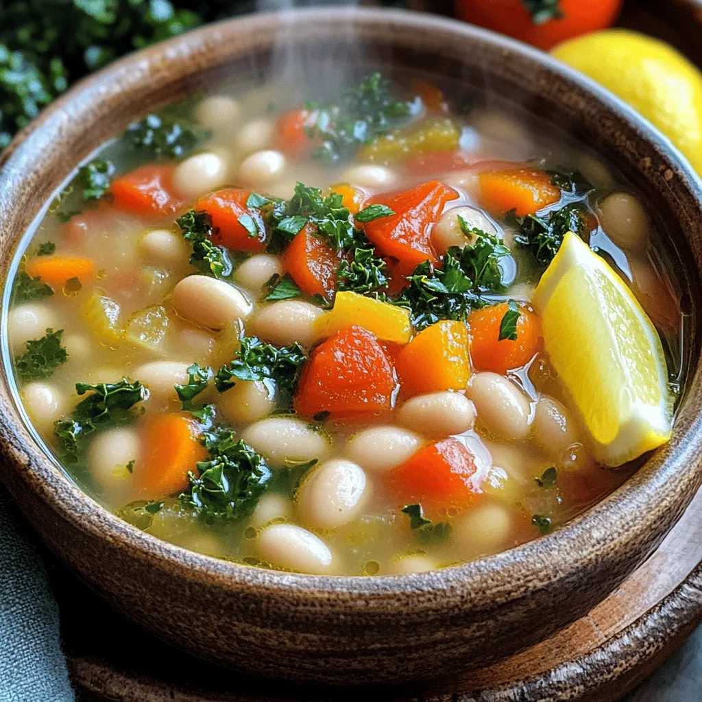 Die Toskanische Weiße-Bohnen-Suppe ist einfach und lecker. Hier sind die Hauptzutaten, die du brauchst: - 2 Tassen gekochte Cannellini-Bohnen (oder zwei 425 g Dosen, abgetropft und gespült) - 1 große Zwiebel, gewürfelt - 3 Knoblauchzehen, fein gehackt - 2 mittelgroße Karotten, gewürfelt - 2 Selleriestangen, gewürfelt - 1 Dose (400 g) gewürfelte Tomaten, inklusive Saft - 1 Liter Gemüsebrühe - 2 Tassen Grünkohl, grob gehackt - 1 Teelöffel getrockneter Thymian - 1 Teelöffel getrockneter Rosmarin - 1 Esslöffel Olivenöl - Salz und Pfeffer nach Geschmack - Frische Petersilie, gehackt (zum Garnieren) - Zitronenspalten (zum Servieren) Die Auswahl der richtigen Zutaten macht den Unterschied. Hier sind meine Tipps: - Bohnen: Frische oder gut konservierte Cannellini-Bohnen bringen den besten Geschmack. - Gemüse: Wähle frische, knackige Karotten und Sellerie. Sie geben der Suppe mehr Textur. - Kräuter: Frische Kräuter sind immer besser, wenn du sie bekommst. Sie haben mehr Aroma. - Olivenöl: Nutze hochwertiges, extra natives Olivenöl für den besten Geschmack. Manchmal hast du nicht alle Zutaten zur Hand. Hier sind einige Ersatzmöglichkeiten: - Cannellini-Bohnen: Du kannst auch andere Bohnen wie weiße Bohnen oder Kichererbsen verwenden. - Grünkohl: Spinat oder Mangold sind gute Alternativen für Grünkohl. - Gemüsebrühe: Wenn du keine Brühe hast, Wasser mit etwas Gemüsegewürz kann auch funktionieren. - Tomaten: Frische Tomaten sind eine gute Wahl, wenn du keine Dose hast. Mit diesen Zutaten und Tipps bist du bereit für die Zubereitung. Nutze die [Full Recipe] für eine detaillierte Anleitung. Die Vorbereitungszeit für die Toskanische Weiße-Bohnen-Suppe beträgt nur 10 Minuten. Die gesamte Kochzeit liegt bei 30 Minuten. So können Sie in weniger als einer Stunde eine köstliche Suppe zubereiten. 1. Zwiebeln anbraten - Erhitzen Sie 1 Esslöffel Olivenöl in einem großen Topf bei mittlerer Hitze. - Fügen Sie 1 große, gewürfelte Zwiebel hinzu. - Braten Sie die Zwiebel etwa 5 Minuten lang. Sie sollte weich und durchsichtig sein. 2. Gemüse hinzufügen - Geben Sie 3 fein gehackte Knoblauchzehen, 2 gewürfelte Karotten und 2 Selleriestangen in den Topf. - Kochen Sie das Gemüse 3-4 Minuten, bis es leicht weich wird. 3. Kräuter einrühren - Fügen Sie 1 Teelöffel getrockneten Thymian und 1 Teelöffel getrockneten Rosmarin hinzu. - Rühren Sie alles gut um, um die Aromen freizusetzen. 4. Tomaten und Brühe hinzufügen - Geben Sie 1 Dose gewürfelte Tomaten (400 g) mit Saft, 2 Tassen gekochte Cannellini-Bohnen und 1 Liter Gemüsebrühe in den Topf. - Bringen Sie die Mischung zum Kochen. 5. Köcheln lassen - Reduzieren Sie die Hitze, sobald die Suppe kocht. - Lassen Sie die Suppe 15 Minuten köcheln, damit sich die Aromen gut verbinden. 6. Grünkohl hinzufügen - Fügen Sie 2 Tassen grob gehackten Grünkohl hinzu. - Kochen Sie die Suppe für weitere 5-7 Minuten, bis der Grünkohl zart ist. 7. Abschmecken - Würzen Sie die Suppe mit Salz und Pfeffer nach Geschmack. 8. Servieren - Servieren Sie die heiße Suppe in tiefen Schalen. - Garnieren Sie sie mit frisch gehackter Petersilie und einer Zitronenspalte. Ein Spritzer Zitrone bringt frischen Geschmack. Diese Schritte helfen Ihnen, eine herzhafte und leckere Toskanische Weiße-Bohnen-Suppe zuzubereiten. Für mehr Details und eine vollständige Anleitung, schauen Sie sich das [Full Recipe](#) an. Ein häufiger Fehler beim Kochen dieser Suppe ist, das Gemüse zu lange zu braten. Braten Sie die Zwiebeln nur, bis sie weich sind. Zu langes Braten macht sie bitter. Achten Sie auch darauf, die Brühe nicht zu stark zu würzen, bevor die Suppe fertig ist. Sie können immer mehr Salz und Pfeffer hinzufügen, aber weniger geht nicht. Ein weiterer Fehler ist, die Bohnen zu früh hinzuzufügen. Sie sollten erst nach dem Kochen des Gemüses in die Suppe kommen. Um den besten Geschmack zu erzielen, verwenden Sie frische Kräuter wie Thymian und Rosmarin. Diese Kräuter entfalten ihr Aroma beim Kochen. Fügen Sie die Kräuter früh hinzu, damit sie gut durchziehen können. Ein Spritzer Zitrone am Ende verstärkt die Aromen und bringt Frische in die Suppe. Lassen Sie die Suppe nach dem Kochen etwas ruhen, damit sich die Aromen setzen. Die Konsistenz der Suppe ist wichtig für das Genusserlebnis. Wenn Sie eine dickere Suppe wollen, pürieren Sie einen Teil der Bohnen mit einem Pürierstab. So wird die Suppe cremiger. Für eine dünnere Konsistenz fügen Sie mehr Brühe hinzu. Achten Sie darauf, die Suppe nicht zu lange zu kochen, damit das Gemüse nicht zerfällt. Die richtige Balance macht die Toskanische weiße Bohnen-Suppe lecker und einladend. Für das vollständige Rezept, schauen Sie sich die [Full Recipe] an. {{image_4}} Für eine vegetarische oder vegane Toskanische Weiße-Bohnen-Suppe kann man die Brühe leicht anpassen. Verwende einfach Gemüsebrühe. Lass das Olivenöl in der Zubereitung nicht weg, denn es bringt den Geschmack. Du kannst auch etwas Kokosmilch hinzufügen. Das gibt der Suppe eine schöne Cremigkeit. Eine weitere tolle Option ist, etwas Blumenkohl zu pürieren. So wird die Suppe dick und sättigend. Wenn du etwas Fleisch oder Wurst magst, sind viele Optionen möglich. Du kannst gewürfelten Schinken oder geräucherte Wurst hinzufügen. Diese Zutaten verleihen der Suppe einen herzhaften Geschmack. Brate die Wurst zuerst in dem Olivenöl an, bevor du das Gemüse hinzufügst. So entfaltet sich das Aroma. Achte darauf, die Menge der Brühe leicht zu reduzieren, wenn du mehr feste Zutaten hinzufügst. Die Suppe lässt sich leicht mit verschiedenen Gewürzen und Kräutern anpassen. Eine Prise Paprika oder Chili bringt einen tollen Kick. Frische Kräuter wie Basilikum oder Estragon geben einen frischen Geschmack. Du kannst auch einen Spritzer Zitronensaft hinzufügen, um die Aromen zu heben. Experimentiere mit deinen Lieblingsgewürzen. So machst du die Suppe zu deinem eigenen Rezept. Für mehr Details, schau dir das [Full Recipe] an. Um die Toskanische Weiße-Bohnen-Suppe frisch zu halten, lassen Sie sie zuerst abkühlen. Füllen Sie die Suppe dann in einen luftdichten Behälter. So bleibt der Geschmack erhalten. Bewahren Sie die Suppe im Kühlschrank auf. Sie bleibt bis zu fünf Tage gut. Falls Sie die Suppe für später aufbewahren möchten, können Sie sie auch einfrieren. Füllen Sie die abgekühlte Suppe in gefriergeeignete Behälter. Achten Sie darauf, etwas Platz zu lassen, da die Suppe beim Gefrieren expandiert. Zum Auftauen stellen Sie die gefrorene Suppe einfach über Nacht in den Kühlschrank. Die Haltbarkeit der Suppe im Kühlschrank beträgt etwa fünf Tage. Achten Sie darauf, Gerüche im Kühlschrank zu vermeiden. Wenn die Suppe einen unangenehmen Geruch hat, ist es besser, sie nicht mehr zu essen. Nutzen Sie die Tipps aus diesem Abschnitt, um die Suppe frisch und lecker zu halten. Weitere Details finden Sie im [Full Recipe]. Die Zubereitung der Toskanischen Weiße-Bohnen-Suppe dauert insgesamt etwa 40 Minuten. Du benötigst etwa 10 Minuten, um alle Zutaten vorzubereiten. Die Kochzeit beträgt dann 30 Minuten. Diese Zeit ist perfekt, um die Aromen gut zu entwickeln und die Bohnen schön zart zu machen. Ja, du kannst getrocknete Bohnen verwenden! Du musst sie jedoch zuerst einweichen und kochen. Das Einweichen dauert mindestens acht Stunden. Danach koche die Bohnen für 1 bis 2 Stunden, bis sie weich sind. Diese Methode gibt dir einen noch frischeren Geschmack in der Suppe. Zu dieser Suppe passen viele Beilagen gut. Hier sind einige Ideen: - Frisches, knuspriges Brot - Ein einfacher grüner Salat - Geröstete Gemüse - Gegrillte Käse-Sandwiches Diese Beilagen ergänzen die Aromen der Suppe und sorgen für ein vollständiges Gericht. Du kannst auch etwas Olivenöl über dein Brot träufeln, um den Geschmack zu intensivieren. Wenn du mehr Interesse an der Suppe hast, schau dir das [Full Recipe] an. Die toskanische weiße-Bohnen-Suppe ist einfach und lecker. Wir haben die besten Zutaten besprochen und Tipps zur Zubereitung gegeben. Es ist wichtig, häufige Fehler zu vermeiden, um den besten Geschmack zu erzielen. Variieren Sie das Rezept für mehr Abwechslung. Denken Sie daran, die Suppe richtig zu lagern, um ihre Frische zu bewahren. Gehen Sie keine Kompromisse bei der Qualität ein. Kochen Sie mit Freude und Kreativität. So wird jede Portion zu einem Genuss!