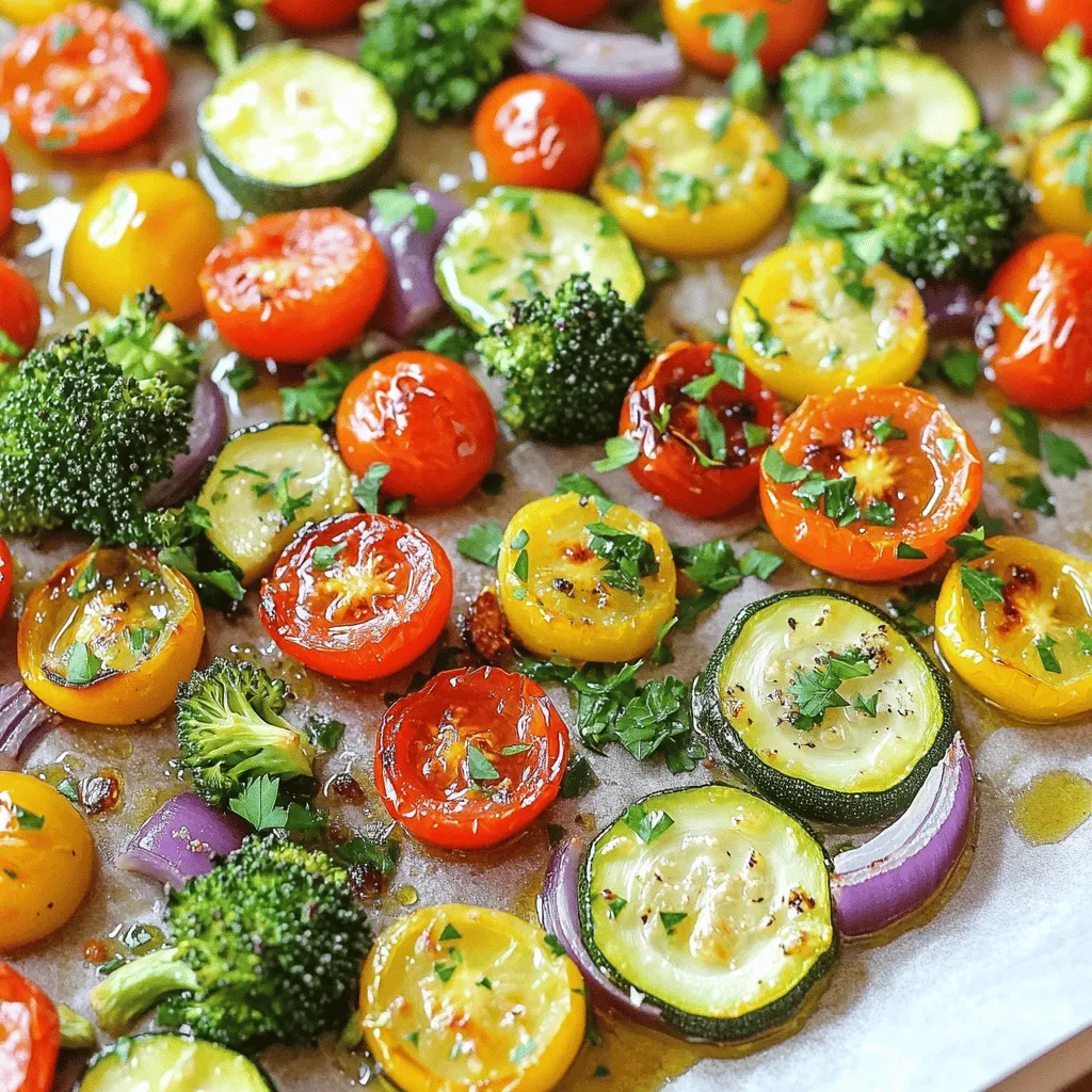 Um die besten Aromen zu erzielen, brauchen wir frische Zutaten. Hier ist die Liste der Zutaten für unser Zitronen-Knoblauch-Röstgemüse: - 1 mittelgroße Zucchini, in Halbmondscheiben geschnitten - 1 Paprika (rot oder gelb), grob gehackt - 1 Tasse Kirschtomaten, halbiert - 1 Tasse Brokkoliröschen - 1 rote Zwiebel, in dünne Ringe geschnitten - 4 Knoblauchzehen, fein gehackt - 3 Esslöffel Olivenöl - Schale von 1 Zitrone - Saft von 1 Zitrone - 1 Teelöffel getrockneter Oregano - Salz und Pfeffer nach Geschmack - Frische Petersilie, gehackt (zum Garnieren) Jede dieser Zutaten bringt ein eigenes Aroma mit. Die Zucchini und Paprika sorgen für einen süßen, knackigen Biss. Kirschtomaten fügen Saftigkeit hinzu, während Brokkoli gesunde Nährstoffe liefert. Rote Zwiebel bringt eine milde Schärfe, und Knoblauch sorgt für den herzhaften Geschmack. Zitronenschale und -saft geben dem Gericht einen frischen Kick. Oregano rundet alles perfekt ab. Für das beste Ergebnis, achte darauf, alles frisch zu kaufen. So schmeckt dein Gericht am besten. Verwende die Zutaten in der angegebene Menge für eine ausgewogene Mischung. Wenn du mehr Gemüse magst, kannst du gerne variieren. Das Rezept bleibt köstlich. Du findest das vollständige Rezept in der Sektion über die Zubereitung. Beginne mit der Zucchini. Schneide sie in Halbmondscheiben. Das gibt eine schöne Form. Nimm dann die Paprika. Hacke sie grob. Die Farben bringen Freude auf den Teller. Bereite auch die Kirschtomaten vor. Halbiere sie mit einem scharfen Messer. Brokkoli ist wichtig. Nimm die Röschen und wasche sie gut. Jetzt ist die Zwiebel dran. Schneide sie in dünne Ringe. Der Knoblauch kommt als letztes. Hacke vier Zehen sehr fein. Jetzt hast du alles bereit. Für die Marinade nimm eine kleine Schüssel. Gib Olivenöl hinein. Füge die Zitronenschale und den Zitronensaft hinzu. Dann kommen die Gewürze dazu. Mische alles gut. Du kannst Oregano, Salz und Pfeffer nutzen. Diese Mischung bringt viel Geschmack ins Gemüse. Rühre, bis alles gleichmäßig vermischt ist. Es sollte eine schöne, duftende Paste sein. Heize deinen Ofen auf 220°C vor. Nimm ein großes Backblech und lege es mit Backpapier aus. Gib das vorbereitete Gemüse darauf. Gieße die Marinade über das Gemüse. Mische alles gut, dann verteile es gleichmäßig. Jetzt ist es Zeit, das Gemüse zu rösten. Stelle das Blech in den heißen Ofen. Röste das Gemüse für 20 bis 25 Minuten. Rühre es nach der Hälfte der Zeit um. So wird alles gleichmäßig gar. Wenn das Gemüse zart und leicht karamellisiert ist, ist es fertig. Lass es kurz abkühlen und genieße den tollen Geschmack. Um das Gemüse perfekt zu rösten, stellen Sie den Ofen auf 220°C ein. Rösten Sie das Gemüse für 20 bis 25 Minuten. Wenden Sie das Gemüse nach der Hälfte der Zeit. So wird es gleichmäßig gar und bekommt eine schöne Farbe. Verwenden Sie Backpapier, um das Ankleben zu verhindern. Legen Sie das Papier auf das Backblech, bevor Sie das Gemüse darauf verteilen. Achten Sie darauf, genug Olivenöl zu verwenden. Das Öl hilft, das Gemüse schön saftig zu halten. Servieren Sie das Röstgemüse auf einem großen Platter. Ich empfehle, es mit Zitronenscheiben zu garnieren. Das sieht frisch aus und bringt einen tollen Geschmack. Frische Kräuter wie Petersilie machen das Gericht noch schöner. So wird Ihr Gemüse nicht nur lecker, sondern auch ein echter Hingucker! {{image_4}} Sie können das Rezept leicht anpassen. Karotten oder Süßkartoffeln bringen Süße. Diese Wurzeln sind nahrhaft und lecker. Sie können auch saisonales Gemüse wie Kürbis oder Rosenkohl verwenden. Diese Gemüsesorten sind frisch und bieten einen tollen Geschmack. Das Rezept ist von Natur aus vegan und glutenfrei. Wenn Sie auf tierische Produkte verzichten, bleibt alles gleich. Verwenden Sie einfach frisches Gemüse und die Gewürze. So können alle dieses Gericht genießen. Es ist wichtig, auf Allergien zu achten. Prüfen Sie die Zutaten, um sicherzustellen, dass sie für alle passen. Um das Aroma zu ändern, probieren Sie verschiedene Gewürze aus. Fügen Sie Paprikapulver oder Kreuzkümmel hinzu. Diese Gewürze bringen einen neuen Twist. Frische Kräuter wie Rosmarin oder Thymian sind ebenfalls toll. Sie machen das Gericht noch frischer und spannender. Experimentieren Sie mit verschiedenen Kombinationen und finden Sie Ihren Favoriten. Röstgemüse kann einfach im Kühlschrank gelagert werden. Lassen Sie es zuerst abkühlen. Dann legen Sie das Gemüse in einen luftdichten Behälter. So bleibt es frisch. Verwenden Sie das Gemüse innerhalb von drei bis fünf Tagen. Wenn Sie das Gemüse wieder aufwärmen, nutzen Sie den Ofen oder eine Pfanne. So bleibt es knusprig. Das Einfrieren von Röstgemüse ist eine gute Option. Portionieren Sie das abgekühlte Gemüse in Gefrierbeutel oder Behälter. Achten Sie darauf, die Luft herauszudrücken. So vermeiden Sie Gefrierbrand. Das Gemüse hält sich bis zu drei Monate im Gefrierfach. Zum Auftauen legen Sie es einfach in den Kühlschrank. Erwärmen Sie es dann im Ofen für besten Geschmack. Übrig gebliebenes Röstgemüse kann vielseitig genutzt werden. Fügen Sie es zu Salaten hinzu für zusätzlichen Geschmack. Sie können es auch in Omelettes mischen oder in Pasta verwenden. Eine weitere Idee ist, das Gemüse in eine Suppe zu geben. Mit ein wenig Brühe und Gewürzen wird es zu einem neuen Gericht. Das Gemüse braucht etwa 20 bis 25 Minuten im Ofen. Rösten Sie es bei 220°C. Nach 10 bis 12 Minuten sollten Sie das Gemüse einmal wenden. Das richtige Zeichen ist, wenn das Gemüse zart und leicht karamellisiert ist. Ja, Sie können das Rezept einfach anpassen. Fügen Sie Ihr Lieblingsgemüse hinzu oder ersetzen Sie Zutaten. Karotten oder Süßkartoffeln passen gut. Auch andere Kräuter wie Thymian oder Rosmarin können einen neuen Geschmack bringen. Variieren Sie nach Ihrem Geschmack und der Verfügbarkeit der Zutaten. Lemon Garlic Roasted Veggies passen gut zu vielen Gerichten. Servieren Sie sie mit gegrilltem Fleisch oder Fisch. Sie harmonieren auch gut mit Reis oder Quinoa. Ein frischer Salat rundet das Essen ab. Experimentieren Sie, um Ihre perfekte Kombination zu finden. Das vollständige Rezept können Sie nachlesen bei Zitronen-Knoblauch-Röstgemüse. Dort finden Sie alle Details, die Sie für diese köstliche Zubereitung brauchen. In diesem Artikel haben wir eine einfache Anleitung für Röstgemüse gegeben. Wir haben die Zutaten aufgelistet und die Schritte detailliert erklärt. Tipps für optimales Rösten helfen Ihnen, perfekte Ergebnisse zu erzielen. Außerdem haben wir Variationen und Lagerungshinweise besprochen. Röstgemüse ist nicht nur lecker, sondern auch vielseitig. Sie können es nach Ihrem Geschmack anpassen und es gut aufbewahren. Kochen Sie es und genießen Sie die gesunden Vorteile!