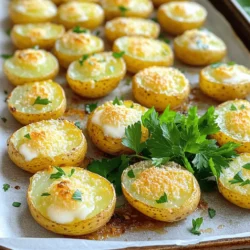 - 680 g Babykartoffeln, halbiert - 56 g ungesalzene Butter - 4 Knoblauchzehen, fein gehackt Die Hauptzutaten machen diese Knoblauchbutter Parmesan Kartoffeln so köstlich. Babykartoffeln sind klein und zart. Sie nehmen die Aromen gut auf. Ungesalzene Butter gibt einen reichen Geschmack. Der gehackte Knoblauch bringt eine tolle Würze. Gemeinsam ergeben sie eine herrliche Basis. - 120 g geriebener Parmesan-Käse - 1 Teelöffel Knoblauchpulver - 1 Teelöffel Paprika Diese Gewürze sind ein wichtiger Teil des Rezepts. Parmesan-Käse schmilzt schön und gibt einen salzigen Kick. Knoblauchpulver verstärkt den Knoblauchgeschmack. Paprika fügt eine leichte Süße hinzu und macht die Kartoffeln farbenfroh. Diese Kombination macht die Kartoffeln noch besser. - 2 Esslöffel frische Petersilie, gehackt - Salz und Pfeffer nach Geschmack Frische Petersilie bringt Farbe und Frische. Sie macht das Gericht lebendig. Salz und Pfeffer sind wichtig, um den Geschmack zu heben. Sie helfen, die Aromen der anderen Zutaten zu betonen. Diese frischen Zutaten runden das Gericht perfekt ab. Für das vollständige Rezept, schauen Sie sich [Full Recipe] an. Heizen Sie Ihren Ofen auf 200 °C vor. Diese Temperatur sorgt für perfekt knusprige Kartoffeln. Verwenden Sie ein Backblech und legen Sie es mit Backpapier aus. Das verhindert, dass die Kartoffeln kleben bleiben und hilft bei der Reinigung. In einer großen Schüssel kombinieren Sie die halbierten Babykartoffeln mit der geschmolzenen Butter. Fügen Sie die gehackten Knoblauchzehen, Knoblauchpulver, Paprika, Salz und Pfeffer hinzu. Mischen Sie alles gut, bis die Kartoffeln gleichmäßig beschichtet sind. Eine gute Marinade macht den Geschmack viel besser. Verteilen Sie die gewürzten Kartoffeln auf dem Backblech in einer einzigen Schicht. Rösten Sie die Kartoffeln im vorgeheizten Ofen für etwa 25-30 Minuten. Wenden Sie die Kartoffeln nach der Hälfte der Garzeit. So garen sie gleichmäßig und werden goldbraun. Achten Sie darauf, dass sie zart sind, wenn Sie sie herausnehmen. Das ist der perfekte Moment, um den geriebenen Parmesan-Käse hinzuzufügen. Lassen Sie den Käse für 5 Minuten im Ofen schmelzen, bis er leicht goldbraun wird. Für das gesamte Rezept und weitere Details, schauen Sie sich das Full Recipe an. Um die perfekte Röstdauer zu finden, achte auf die Goldbraunheit der Kartoffeln. Wenn sie goldbraun sind, sind sie fertig. Dies zeigt, dass sie knusprig sind. Die Hitzeverteilung ist wichtig. Stelle sicher, dass die Kartoffeln gleichmäßig auf dem Blech liegen. So garen sie gleichmäßig. Wende die Kartoffeln nach der Hälfte der Zeit. Das hilft, dass alle Seiten schön knusprig werden. Du kannst mehr Gewürze hinzufügen, um den Geschmack zu verstärken. Probiere es mit etwas Chili oder mehr Paprika. Wenn du frischen Knoblauch verwendest, schmecken die Kartoffeln intensiver. Frischer Knoblauch gibt ein reiches Aroma. Fühle dich frei, die Gewürze nach deinem Geschmack anzupassen. So wird jedes Gericht einzigartig. Diese Kartoffeln passen gut zu vielen Beilagen. Sie sind lecker zu gegrilltem Fleisch oder als Teil eines Salatbuffets. Wenn du sie für einen besonderen Anlass servierst, richte sie schön an. Stelle sie in einer großen Schüssel auf den Tisch. Garniere sie mit frischen Petersilienblättern. Ein kleiner Farbtupfer macht viel aus. Du kannst die Kartoffeln auch in kleinen Portionen anrichten. So sehen sie toll aus und jeder kann sie leicht nehmen. {{image_4}} Ich liebe es, meinen Knoblauchbutter Parmesan Kartoffeln verschiedene Kräuter hinzuzufügen. Thymian oder Rosmarin geben den Kartoffeln einen frischen Geschmack. Diese Kräuter passen gut zu den Aromen des Knoblauchs und des Käses. Wenn du eine leichtere Option willst, kannst du auch Olivenöl statt Butter verwenden. Das macht die Kartoffeln noch gesünder und gibt einen anderen Geschmack. Parmesan ist großartig, aber du kannst auch andere Käsesorten ausprobieren. Feta oder Gouda schmecken ebenfalls toll. Wenn du eine vegane Option suchst, gibt es pflanzliche Käsesorten. Diese lassen sich gut schmelzen und geben deinen Kartoffeln einen herzhaften Geschmack. Es ist spannend, mit verschiedenen Käsesorten zu experimentieren. Es ist einfach, diese Kartoffeln glutenfrei zu machen. Achte darauf, dass alle Zutaten glutenfrei sind. Die meisten Gewürze und frischen Kräuter sind sicher. Wenn du die Kartoffeln zubereitest, kannst du sie wie gewohnt rösten. Es gibt viele Zubereitungsmöglichkeiten, die alle glutenfrei sind. So genießen auch Menschen mit Glutenunverträglichkeit diesen köstlichen Genuss. Nach dem Kochen kannst du die Knoblauchbutter Parmesan Kartoffeln leicht aufbewahren. Du hast zwei Optionen: den Kühlschrank oder den Gefrierschrank. - Kühlschrank: Bewahre die Kartoffeln in einem luftdichten Behälter auf. Sie halten sich dort etwa 3 bis 5 Tage. - Gefrierschrank: Für längere Haltbarkeit kannst du sie einfrieren. Packe sie in einen gefrierfreundlichen Beutel und drücke die Luft heraus. So bleiben sie bis zu 3 Monate frisch. Wenn du die Kartoffeln vorab kochen möchtest, ist das eine gute Idee. - Vorab kochen und aufbewahren: Koche die Kartoffeln wie im Rezept beschrieben. Lass sie dann abkühlen und lege sie in den Kühlschrank. - Wiedererwärmen: Um die Kartoffeln wieder warm zu machen, kannst du sie im Ofen oder in der Mikrowelle aufwärmen. Im Ofen bei 180 °C für 10-15 Minuten ist ideal. Die Haltbarkeit der Zutaten ist wichtig, um den besten Geschmack zu haben. - Frische der Kartoffeln: Achte darauf, frische Babykartoffeln zu verwenden. Prüfe sie auf Druckstellen oder Schimmel. - Aufbewahrungsdauer von Parmesan: Geriebener Parmesan bleibt im Kühlschrank bis zu 2 Monate frisch. Halte ihn gut verpackt, um ihn vor Feuchtigkeit zu schützen. Diese Tipps helfen dir, deine Knoblauchbutter Parmesan Kartoffeln frisch und lecker zu halten. Für das vollständige Rezept kannst du die [Full Recipe] nutzen. Um Knoblauchbutter Parmesan Kartoffeln zu machen, folgen Sie diesen Schritten: 1. Heizen Sie den Ofen auf 200 °C vor. Legen Sie ein Backblech mit Backpapier aus. 2. In einer großen Schüssel vermengen Sie die halbierten Babykartoffeln mit geschmolzener Butter, gehacktem Knoblauch, Knoblauchpulver, Paprika, Salz und Pfeffer. 3. Rühren Sie gut um, bis die Kartoffeln gleichmäßig beschichtet sind. 4. Verteilen Sie die Kartoffeln auf dem Backblech in einer einzigen Schicht. 5. Rösten Sie die Kartoffeln etwa 25-30 Minuten. Wenden Sie sie nach der Hälfte der Zeit. 6. Wenn die Kartoffeln goldbraun und zart sind, nehmen Sie sie aus dem Ofen. 7. Streuen Sie sofort den geriebenen Parmesan über die heißen Kartoffeln. 8. Stellen Sie das Blech für 5 Minuten zurück in den Ofen, damit der Käse schmelzen kann. 9. Garnieren Sie die Kartoffeln mit Petersilie und servieren Sie sie heiß. Diese Schritte ergeben einen köstlichen Genuss. Für die vollständige Anleitung schauen Sie sich das [Full Recipe] an. Die Kartoffeln können im Kühlschrank bis zu 3 Tage aufbewahrt werden. Lagern Sie sie in einem luftdichten Behälter. So bleiben sie frisch und lecker. Wenn Sie die Kartoffeln aufbewahren, lassen Sie sie zuerst auf Raumtemperatur abkühlen. Dies verhindert, dass sich Feuchtigkeit bildet. Ja, Sie können Knoblauchbutter Parmesan Kartoffeln im Airfryer zubereiten! Hier sind einige Tipps: 1. Bereiten Sie die Kartoffeln wie im Ofen beschrieben vor. 2. Legen Sie die Kartoffeln in den Airfryer-Korb. Achten Sie darauf, dass sie nicht überfüllt sind. 3. Stellen Sie die Temperatur auf 200 °C und die Zeit auf 15-20 Minuten ein. 4. Schütteln Sie den Korb nach der Hälfte der Zeit, um eine gleichmäßige Bräunung zu erreichen. 5. Fügen Sie den Parmesan in den letzten 2 Minuten hinzu, damit er schmelzen kann. So bekommen Sie knusprige und schmackhafte Kartoffeln! Zusammenfassend waren die Zutaten für die Knoblauch-Butter-Parmesan-Kartoffeln einfach und доступlich. Ich habe den Prozess erklärt: Ofen vorheizen, Kartoffeln marinieren und dann rösten. Tipps zu Timing, Würzen und Servierideen helfen dir, das Gericht zu verfeinern. Variationen lassen Spielraum für eigene Ideen. Du kannst die Kartoffeln gut aufbewahren und leicht wieder aufwärmen. Experimentiere mit diesen Rezepten, um dein Kochen zu bereichern. Du wirst schnell deine perfekte Version finden.