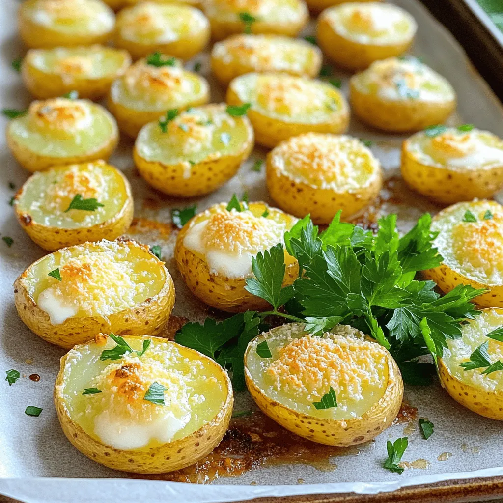 - 680 g Babykartoffeln, halbiert - 56 g ungesalzene Butter - 4 Knoblauchzehen, fein gehackt Die Hauptzutaten machen diese Knoblauchbutter Parmesan Kartoffeln so köstlich. Babykartoffeln sind klein und zart. Sie nehmen die Aromen gut auf. Ungesalzene Butter gibt einen reichen Geschmack. Der gehackte Knoblauch bringt eine tolle Würze. Gemeinsam ergeben sie eine herrliche Basis. - 120 g geriebener Parmesan-Käse - 1 Teelöffel Knoblauchpulver - 1 Teelöffel Paprika Diese Gewürze sind ein wichtiger Teil des Rezepts. Parmesan-Käse schmilzt schön und gibt einen salzigen Kick. Knoblauchpulver verstärkt den Knoblauchgeschmack. Paprika fügt eine leichte Süße hinzu und macht die Kartoffeln farbenfroh. Diese Kombination macht die Kartoffeln noch besser. - 2 Esslöffel frische Petersilie, gehackt - Salz und Pfeffer nach Geschmack Frische Petersilie bringt Farbe und Frische. Sie macht das Gericht lebendig. Salz und Pfeffer sind wichtig, um den Geschmack zu heben. Sie helfen, die Aromen der anderen Zutaten zu betonen. Diese frischen Zutaten runden das Gericht perfekt ab. Für das vollständige Rezept, schauen Sie sich [Full Recipe] an. Heizen Sie Ihren Ofen auf 200 °C vor. Diese Temperatur sorgt für perfekt knusprige Kartoffeln. Verwenden Sie ein Backblech und legen Sie es mit Backpapier aus. Das verhindert, dass die Kartoffeln kleben bleiben und hilft bei der Reinigung. In einer großen Schüssel kombinieren Sie die halbierten Babykartoffeln mit der geschmolzenen Butter. Fügen Sie die gehackten Knoblauchzehen, Knoblauchpulver, Paprika, Salz und Pfeffer hinzu. Mischen Sie alles gut, bis die Kartoffeln gleichmäßig beschichtet sind. Eine gute Marinade macht den Geschmack viel besser. Verteilen Sie die gewürzten Kartoffeln auf dem Backblech in einer einzigen Schicht. Rösten Sie die Kartoffeln im vorgeheizten Ofen für etwa 25-30 Minuten. Wenden Sie die Kartoffeln nach der Hälfte der Garzeit. So garen sie gleichmäßig und werden goldbraun. Achten Sie darauf, dass sie zart sind, wenn Sie sie herausnehmen. Das ist der perfekte Moment, um den geriebenen Parmesan-Käse hinzuzufügen. Lassen Sie den Käse für 5 Minuten im Ofen schmelzen, bis er leicht goldbraun wird. Für das gesamte Rezept und weitere Details, schauen Sie sich das Full Recipe an. Um die perfekte Röstdauer zu finden, achte auf die Goldbraunheit der Kartoffeln. Wenn sie goldbraun sind, sind sie fertig. Dies zeigt, dass sie knusprig sind. Die Hitzeverteilung ist wichtig. Stelle sicher, dass die Kartoffeln gleichmäßig auf dem Blech liegen. So garen sie gleichmäßig. Wende die Kartoffeln nach der Hälfte der Zeit. Das hilft, dass alle Seiten schön knusprig werden. Du kannst mehr Gewürze hinzufügen, um den Geschmack zu verstärken. Probiere es mit etwas Chili oder mehr Paprika. Wenn du frischen Knoblauch verwendest, schmecken die Kartoffeln intensiver. Frischer Knoblauch gibt ein reiches Aroma. Fühle dich frei, die Gewürze nach deinem Geschmack anzupassen. So wird jedes Gericht einzigartig. Diese Kartoffeln passen gut zu vielen Beilagen. Sie sind lecker zu gegrilltem Fleisch oder als Teil eines Salatbuffets. Wenn du sie für einen besonderen Anlass servierst, richte sie schön an. Stelle sie in einer großen Schüssel auf den Tisch. Garniere sie mit frischen Petersilienblättern. Ein kleiner Farbtupfer macht viel aus. Du kannst die Kartoffeln auch in kleinen Portionen anrichten. So sehen sie toll aus und jeder kann sie leicht nehmen. {{image_4}} Ich liebe es, meinen Knoblauchbutter Parmesan Kartoffeln verschiedene Kräuter hinzuzufügen. Thymian oder Rosmarin geben den Kartoffeln einen frischen Geschmack. Diese Kräuter passen gut zu den Aromen des Knoblauchs und des Käses. Wenn du eine leichtere Option willst, kannst du auch Olivenöl statt Butter verwenden. Das macht die Kartoffeln noch gesünder und gibt einen anderen Geschmack. Parmesan ist großartig, aber du kannst auch andere Käsesorten ausprobieren. Feta oder Gouda schmecken ebenfalls toll. Wenn du eine vegane Option suchst, gibt es pflanzliche Käsesorten. Diese lassen sich gut schmelzen und geben deinen Kartoffeln einen herzhaften Geschmack. Es ist spannend, mit verschiedenen Käsesorten zu experimentieren. Es ist einfach, diese Kartoffeln glutenfrei zu machen. Achte darauf, dass alle Zutaten glutenfrei sind. Die meisten Gewürze und frischen Kräuter sind sicher. Wenn du die Kartoffeln zubereitest, kannst du sie wie gewohnt rösten. Es gibt viele Zubereitungsmöglichkeiten, die alle glutenfrei sind. So genießen auch Menschen mit Glutenunverträglichkeit diesen köstlichen Genuss. Nach dem Kochen kannst du die Knoblauchbutter Parmesan Kartoffeln leicht aufbewahren. Du hast zwei Optionen: den Kühlschrank oder den Gefrierschrank. - Kühlschrank: Bewahre die Kartoffeln in einem luftdichten Behälter auf. Sie halten sich dort etwa 3 bis 5 Tage. - Gefrierschrank: Für längere Haltbarkeit kannst du sie einfrieren. Packe sie in einen gefrierfreundlichen Beutel und drücke die Luft heraus. So bleiben sie bis zu 3 Monate frisch. Wenn du die Kartoffeln vorab kochen möchtest, ist das eine gute Idee. - Vorab kochen und aufbewahren: Koche die Kartoffeln wie im Rezept beschrieben. Lass sie dann abkühlen und lege sie in den Kühlschrank. - Wiedererwärmen: Um die Kartoffeln wieder warm zu machen, kannst du sie im Ofen oder in der Mikrowelle aufwärmen. Im Ofen bei 180 °C für 10-15 Minuten ist ideal. Die Haltbarkeit der Zutaten ist wichtig, um den besten Geschmack zu haben. - Frische der Kartoffeln: Achte darauf, frische Babykartoffeln zu verwenden. Prüfe sie auf Druckstellen oder Schimmel. - Aufbewahrungsdauer von Parmesan: Geriebener Parmesan bleibt im Kühlschrank bis zu 2 Monate frisch. Halte ihn gut verpackt, um ihn vor Feuchtigkeit zu schützen. Diese Tipps helfen dir, deine Knoblauchbutter Parmesan Kartoffeln frisch und lecker zu halten. Für das vollständige Rezept kannst du die [Full Recipe] nutzen. Um Knoblauchbutter Parmesan Kartoffeln zu machen, folgen Sie diesen Schritten: 1. Heizen Sie den Ofen auf 200 °C vor. Legen Sie ein Backblech mit Backpapier aus. 2. In einer großen Schüssel vermengen Sie die halbierten Babykartoffeln mit geschmolzener Butter, gehacktem Knoblauch, Knoblauchpulver, Paprika, Salz und Pfeffer. 3. Rühren Sie gut um, bis die Kartoffeln gleichmäßig beschichtet sind. 4. Verteilen Sie die Kartoffeln auf dem Backblech in einer einzigen Schicht. 5. Rösten Sie die Kartoffeln etwa 25-30 Minuten. Wenden Sie sie nach der Hälfte der Zeit. 6. Wenn die Kartoffeln goldbraun und zart sind, nehmen Sie sie aus dem Ofen. 7. Streuen Sie sofort den geriebenen Parmesan über die heißen Kartoffeln. 8. Stellen Sie das Blech für 5 Minuten zurück in den Ofen, damit der Käse schmelzen kann. 9. Garnieren Sie die Kartoffeln mit Petersilie und servieren Sie sie heiß. Diese Schritte ergeben einen köstlichen Genuss. Für die vollständige Anleitung schauen Sie sich das [Full Recipe] an. Die Kartoffeln können im Kühlschrank bis zu 3 Tage aufbewahrt werden. Lagern Sie sie in einem luftdichten Behälter. So bleiben sie frisch und lecker. Wenn Sie die Kartoffeln aufbewahren, lassen Sie sie zuerst auf Raumtemperatur abkühlen. Dies verhindert, dass sich Feuchtigkeit bildet. Ja, Sie können Knoblauchbutter Parmesan Kartoffeln im Airfryer zubereiten! Hier sind einige Tipps: 1. Bereiten Sie die Kartoffeln wie im Ofen beschrieben vor. 2. Legen Sie die Kartoffeln in den Airfryer-Korb. Achten Sie darauf, dass sie nicht überfüllt sind. 3. Stellen Sie die Temperatur auf 200 °C und die Zeit auf 15-20 Minuten ein. 4. Schütteln Sie den Korb nach der Hälfte der Zeit, um eine gleichmäßige Bräunung zu erreichen. 5. Fügen Sie den Parmesan in den letzten 2 Minuten hinzu, damit er schmelzen kann. So bekommen Sie knusprige und schmackhafte Kartoffeln! Zusammenfassend waren die Zutaten für die Knoblauch-Butter-Parmesan-Kartoffeln einfach und доступlich. Ich habe den Prozess erklärt: Ofen vorheizen, Kartoffeln marinieren und dann rösten. Tipps zu Timing, Würzen und Servierideen helfen dir, das Gericht zu verfeinern. Variationen lassen Spielraum für eigene Ideen. Du kannst die Kartoffeln gut aufbewahren und leicht wieder aufwärmen. Experimentiere mit diesen Rezepten, um dein Kochen zu bereichern. Du wirst schnell deine perfekte Version finden.