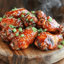 Um köstliche Spicy Korean BBQ Chicken Wings zuzubereiten, benötigen Sie folgende Zutaten: - 900 g Hähnchenflügel - 60 ml Sojasauce - 60 ml Gochujang (koreanische Chilipaste) - 30 ml Honig - 30 ml Sesamöl - 4 Knoblauchzehen, fein gehackt - 1 Teelöffel Ingwer, fein gehackt - 15 ml Reisessig - 1 Esslöffel Sesamsamen - 3 Frühlingszwiebeln, gehackt (zum Garnieren) - Salz und Pfeffer nach Geschmack Wählen Sie frische Hähnchenflügel. Achten Sie auf eine klare Hautfarbe und vermeiden Sie unangenehme Gerüche. Gochujang ist die Seele des Rezepts. Suchen Sie nach einer Marke, die reich an Geschmack ist. Hochwertige Sojasauce macht einen großen Unterschied. Für den besten Geschmack, verwenden Sie dunkle Sojasauce. Der Honig sollte rein sein, um die Süße zu betonen. Frischer Ingwer und Knoblauch geben mehr Aroma. Kaufen Sie Sesamsamen, die nicht alt sind, um den besten Crunch zu erhalten. Frühlingszwiebeln sollten knackig und grün sein. Um die Menge anzupassen, können Sie die Rezeptur leicht ändern. Für 2-3 Personen verwenden Sie einfach die Hälfte der Zutaten. Möchten Sie mehr Flügel? Verdoppeln Sie die Mengen für 8-12 Portionen. Behalten Sie die Marinierzeiten gleich, um den vollen Geschmack zu genießen. Um die Marinade zuzubereiten, nehmen Sie eine große Rührschüssel. Geben Sie 60 ml Sojasauce, 60 ml Gochujang, 30 ml Honig, 30 ml Sesamöl, 4 fein gehackte Knoblauchzehen, 1 Teelöffel Ingwer und 15 ml Reisessig hinein. Fügen Sie eine Prise Salz und Pfeffer hinzu. Nun alles gut mit einem Schneebesen verrühren. Diese Mischung gibt den Flügeln einen tollen Geschmack. Nehmen Sie 900 g Hähnchenflügel und legen Sie sie in einen großen, wiederverschließbaren Plastikbeutel oder in eine Schüssel. Gießen Sie die Marinade über die Flügel. Verschließen Sie den Beutel oder decken Sie die Schüssel ab. Lassen Sie die Flügel mindestens 2 Stunden im Kühlschrank marinieren. Für mehr Geschmack lassen Sie sie idealerweise über Nacht ziehen. So ziehen die Aromen richtig ein. Heizen Sie den Ofen auf 200 °C vor. Legen Sie ein Backblech mit Backpapier oder Alufolie aus. Nehmen Sie die marinierten Hähnchenflügel und legen Sie sie in einer einzigen Schicht auf das Backblech. Bewahren Sie die restliche Marinade zum Bestreichen auf. Backen Sie die Flügel 40-45 Minuten lang. Wenden Sie sie zur Hälfte der Garzeit. In den letzten 10 Minuten bestreichen Sie die Flügel mit der restlichen Marinade. So bekommen die Flügel eine köstliche Glasur. Wenn sie knusprig sind, nehmen Sie sie aus dem Ofen. Lassen Sie die Flügel kurz abkühlen und servieren Sie sie mit Sesamsamen und Frühlingszwiebeln. Sie sind bereit für den Genuss! Für das vollständige Rezept, schauen Sie sich die Anleitung an. Um die Hähnchenflügel noch schärfer zu machen, können Sie mehr Gochujang hinzufügen. Diese koreanische Chilipaste gibt einen tollen Geschmack und eine angenehme Schärfe. Eine andere Möglichkeit ist, frische Chilis in kleine Stücke zu schneiden. Fügen Sie sie einfach zur Marinade hinzu. Sie können auch etwas Chilipulver oder Sriracha verwenden, um den Kick zu verstärken. Experimentieren Sie mit der Menge, um Ihren perfekten Schärfegrad zu finden. Eine knusprige Haut macht die Hähnchenflügel lecker. Um dies zu erreichen, tupfen Sie die Flügel vor dem Marinieren trocken. Dadurch bleibt die Marinade besser haften. Backen Sie die Flügel auf einem Gitterrost, damit sie von allen Seiten gleichmäßig garen. Wenn Sie die Flügel während des Backens wenden, sorgen Sie für eine gleichmäßige Bräunung. In den letzten Minuten des Backens können Sie die Flügel bei Grillfunktion kurz rösten. Das gibt extra Crunch. Ein häufiger Fehler ist, die Flügel nicht lange genug zu marinieren. Lassen Sie die Flügel mindestens zwei Stunden im Kühlschrank. Besser ist es, sie über Nacht marinieren zu lassen. Ein weiterer Fehler ist, die Marinade zu verdünnen. Halten Sie sich an die Rezeptur, um den vollen Geschmack zu genießen. Achten Sie auch darauf, die Flügel nicht zu überfüllen. Wenn sie zu nah beieinander liegen, werden sie nicht knusprig. Für das beste Ergebnis legen Sie die Flügel in einer einzelnen Schicht auf das Backblech. {{image_4}} Wenn du nach Abwechslung suchst, probiere andere Marinaden. Hier sind einige Ideen: - Honig-Sesam-Marinade: Ersetze die Gochujang durch geröstete Sesampaste und füge mehr Honig hinzu. - Zitronen-Knoblauch-Marinade: Mische frischen Zitronensaft, gehackten Knoblauch und etwas Sojasauce. - Thai-Inspiration: Verwende Fischsauce, Limettensaft und Chili für einen scharfen Kick. Die richtigen Beilagen machen dein Gericht noch besser. Hier sind einige Vorschläge: - Reis: Einfacher, dampfender Reis passt hervorragend zu den würzigen Flügeln. - Gemüse: Gegrilltes Gemüse wie Paprika, Zucchini und Aubergine bringt Farbe und Geschmack. - Salat: Ein frischer Gurkensalat mit Sesamdressing erfrischt den Gaumen. Du kannst dieses Rezept auch pflanzlich gestalten. Hier sind einige Alternativen: - Tofu: Würfle festen Tofu und mariniere ihn wie die Hähnchenflügel. - Jackfruit: Verwende junge Jackfruit in der Marinade. Sie hat eine fleischige Konsistenz. - Gemüseflügel: Verwende Blumenkohl oder Karotten, um „Flügel“ zu machen. Mariniere sie und backe sie ebenfalls. Mit diesen Variationen kannst du deine Spicy Korean BBQ Chicken Wings ganz nach deinem Geschmack anpassen. Probier die Full Recipe für die perfekte Grundlage! Um die Hähnchenflügel frisch zu halten, lege sie in einen luftdichten Behälter. Du kannst auch Frischhaltefolie verwenden, um sie abzudecken. Stelle sicher, dass sie sich nicht überlappen. So bleibt die Haut knusprig und der Geschmack bleibt erhalten. Vermeide es, die Flügel lange bei Raumtemperatur zu lassen. Das sorgt für ein besseres Geschmackserlebnis. Wenn du die Hähnchenflügel für später aufbewahren möchtest, friere sie ein. Lege sie in einen stabilen Gefrierbeutel. Drücke die Luft gut heraus, bevor du sie verschließt. So bleibt der Geschmack und die Textur erhalten. Zum Auftauen lege die Flügel einfach über Nacht in den Kühlschrank. So taut das Fleisch langsam auf und bleibt saftig. Für die besten Ergebnisse solltest du die Hähnchenflügel innerhalb von drei Tagen nach dem Kochen essen. Wenn sie eingefroren sind, genieße sie innerhalb von drei Monaten. Nach dieser Zeit kann sich der Geschmack verändern. Das Rezept für die würzigen Koreanischen BBQ Hähnchenflügel ist einfach und macht viel Freude beim Zubereiten und Genießen. Die Hähnchenflügel sollten mindestens 2 Stunden mariniert werden. Für das beste Ergebnis empfehle ich, sie über Nacht im Kühlschrank zu lassen. So ziehen die Aromen besser ein. Eine längere Marinierzeit macht die Flügel zarter und geschmackvoller. Ja, du kannst die Flügel sowohl im Grill als auch in der Luftfritteuse zubereiten. Im Grill erhältst du eine rauchige Note. Für die Luftfritteuse stelle die Temperatur auf 180 Grad ein und gare sie für etwa 25-30 Minuten. Wende sie zwischendurch für eine gleichmäßige Bräunung. Beide Methoden bringen die Gewürze zur Geltung und machen die Flügel knusprig. Das Rezept für Spicy Korean BBQ Chicken Wings kommt aus der südkoreanischen Küche. Gochujang, eine wichtige Zutat, verleiht den Flügeln ihren typischen scharfen Geschmack. Diese würzigen Flügel sind ein beliebtes Gericht bei Grillfesten und Feiern. Sie verbinden traditionelle koreanische Aromen mit einem modernen Twist. Ein echtes Geschmackserlebnis! Du findest die vollständige Anleitung im [Full Recipe]. Zusammengefasst haben wir die besten Zutaten für köstliche Hähnchenflügel durchgesehen. Ich habe Tipps gegeben, wie Sie die perfekten Zutaten auswählen und die Mengen anpassen können. Dann folgten praktische Schritte zur Zubereitung, Marinierung und dem Backen. Ich teilte auch Tricks zum Schärfen und zur perfekten Textur mit. Alternativen für verschiedene Geschmäcker und Aufbewahrungshinweise wurden ebenfalls behandelt. Sie sind jetzt bereit, Hähnchenflügel perfekt zuzubereiten und zu genießen.