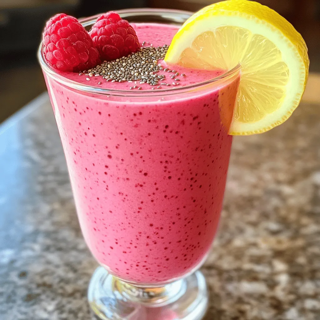 - 1 Tasse frische oder gefrorene Himbeeren - 1 mittelgroße, reife Banane - 1 Tasse Mandelmilch (oder Milch nach Wahl) - 1/2 Tasse griechischer Joghurt - 1 Esslöffel Honig oder Ahornsirup - Schale von 1 Zitrone - Saft von 1 Zitrone - 1 Esslöffel Chiasamen (optional) - Eiswürfel (optional) Um einen erfrischenden Lemon Raspberry Smoothie zu machen, benötigst du frische und gesunde Zutaten. Die Hauptbestandteile sind Himbeeren, Banane, Mandelmilch und Joghurt. Die Himbeeren bringen eine süße Säure, die den Smoothie aufregend macht. Die Banane sorgt für eine cremige Textur. Mandelmilch macht es leicht und frisch. Der griechische Joghurt fügt eine proteinreiche Note hinzu. Zusätzlich kannst du Honig oder Ahornsirup für die Süße verwenden. Zitronenschale und -saft geben dem Smoothie einen spritzigen Kick. Chiasamen sind eine tolle Option für mehr Nährstoffe und Textur. Wenn du es kühl magst, füge ein paar Eiswürfel hinzu. Du findest das gesamte Rezept in der [Full Recipe]. Experimentiere mit diesen Zutaten und finde deine perfekte Mischung! - Beginne mit 1 Tasse Himbeeren. Frisch oder gefroren, beides ist gut. - Nimm eine reife Banane. Sie macht den Smoothie süß und cremig. - Stelle die Mandelmilch bereit. Du kannst auch andere Milchsorten verwenden. - Bereite 1/2 Tasse griechischen Joghurt vor. Er gibt dem Smoothie eine tolle Textur. - Zitrone ist wichtig! Reibe die Schale von 1 Zitrone und presse den Saft aus. - Optional: Bereite 1 Esslöffel Chiasamen und Eiswürfel vor. - Gib alle vorbereiteten Zutaten in den Mixer. - Mixe alles gut durch. Ich empfehle, etwa 30 Sekunden zu mixen. - Probiere den Smoothie. Ist er süß genug? Füge nach Geschmack Honig oder Ahornsirup hinzu. - Wenn du die Konsistenz magst, kannst du Eiswürfel hinzufügen und nochmal mixen. - Mixe weiter, bis alles schön glatt ist. - Gieße den Smoothie in Gläser. - Dekoriere die Gläser mit frischen Himbeeren und einer Zitronenscheibe. - Serviere den Smoothie sofort für den besten Geschmack. Für das vollständige Rezept, schaue dir bitte den Abschnitt [Full Recipe] an. Um den besten Geschmack aus deinem Smoothie herauszuholen, beginne mit der richtigen Reihenfolge beim Hinzufügen der Zutaten. Füge zuerst die flüssigen Zutaten wie Mandelmilch und Zitronensaft hinzu. Danach kommen die weicheren Zutaten wie die Banane und der griechische Joghurt. Zum Schluss gib die gefrorenen Himbeeren und die Chiasamen dazu. Diese Reihenfolge hilft dem Mixer, die Zutaten gleichmäßiger zu vermischen. Die Konsistenzkontrolle ist ebenfalls wichtig. Wenn du einen dickeren Smoothie möchtest, füge weniger Flüssigkeit hinzu. Für eine dünnere Mischung kannst du mehr Mandelmilch oder Eiswürfel verwenden. Mixe alles gut, bis die Mischung glatt ist. Probier es aus und passe die Konsistenz nach deinem Geschmack an. Variiere die Zutaten, um deinen persönlichen Geschmack zu treffen. Du kannst andere Früchte wie Erdbeeren oder Pfirsiche ausprobieren. Diese Früchte passen gut zu Zitrone und Himbeeren. Wenn du einen tropischen Geschmack magst, füge etwas Ananas hinzu. Für die Süße hast du verschiedene Optionen. Verwende Honig oder Ahornsirup, um den Geschmack zu verfeinern. Du kannst auch eine reife Banane verwenden, die natürliche Süße bietet. Probier verschiedene Kombinationen aus, um die perfekte Mischung für dich zu finden. Wenn du das Rezept nachlesen möchtest, schau dir das [Full Recipe] an. {{image_4}} Um diesen Smoothie besonders zu machen, können Sie andere Milchsorten ausprobieren. Kokosmilch bietet einen tollen, tropischen Geschmack. Sie können sogar Hafermilch oder Sojamilch nutzen. Das macht den Smoothie für viele Diäten geeignet. Zusätzlich können Sie andere Früchte hinzufügen. Erdbeeren passen gut zu Himbeeren. Pfirsiche bringen eine süße Note. Diese Früchte sind auch gesund und lecker. Mischen Sie verschiedene Früchte für einen neuen Geschmack. Für eine gesunde Variante können Sie zuckerfreie Optionen wählen. Nutzen Sie Stevia oder Erythrit, um den Smoothie zu süßen. Diese Alternativen sind gut für die Figur. Sie helfen, den Zuckergehalt zu senken. Wenn Sie mehr Protein möchten, fügen Sie Proteinpulver hinzu. Das macht den Smoothie sättigender und nahrhafter. Es ist eine großartige Option für einen schnellen Snack nach dem Training. So kombinieren Sie Genuss und Gesundheit in einem Glas. Für die vollständige Zubereitung schauen Sie sich das [Full Recipe] an. Um Reste des Lemon Raspberry Smoothies gut aufzubewahren, nutzen Sie einen luftdichten Behälter. Stellen Sie den Behälter in den Kühlschrank. Der Smoothie bleibt frisch für bis zu zwei Tage. Wenn Sie ihn länger lagern möchten, frieren Sie ihn ein. In einem gefrierfesten Behälter hält er bis zu zwei Monate. Zum Auftauen lassen Sie den Smoothie einfach im Kühlschrank über Nacht stehen. Schütteln oder mixen Sie ihn vor dem Servieren gut durch. Haben Sie Reste von Joghurt oder Milch? Diese lassen sich einfach verwerten. Sie können den Joghurt in Smoothies oder Desserts verwenden. Milch eignet sich gut für Pfannkuchen oder Backwaren. Wenn Sie noch Himbeeren übrig haben, fügen Sie sie zu Joghurt oder Haferflocken hinzu. So nutzen Sie alle Zutaten optimal. Dies spart Geld und reduziert Abfall. Um den Smoothie dicker zu machen, füge mehr Banane hinzu. Du kannst auch Chiasamen verwenden. Diese kleinen Samen quellen auf und geben mehr Textur. Ein weiterer Tipp ist, gefrorene Früchte zu nutzen. Sie sorgen für eine cremige Konsistenz. Wenn du Eiswürfel hinzufügst, mixe sie gut ein. Ja, gefrorene Himbeeren sind perfekt für deinen Smoothie. Sie geben einen kühlen, erfrischenden Geschmack. Das Fruchtfleisch bleibt weich, wenn du sie im Mixer pürierst. Frische Himbeeren sind auch eine gute Wahl, aber gefrorene sind oft süßer. Sie sind auch praktisch, wenn frische Früchte nicht verfügbar sind. Ja, dieser Smoothie kann vegan sein. Verwende einfach pflanzliche Milch wie Mandel- oder Hafermilch. Statt griechischem Joghurt kannst du eine vegane Joghurtalternative verwenden. Ahornsirup ist auch eine großartige Option zum Süßen. So bleibt der Smoothie lecker und rein pflanzlich. Für das vollständige Rezept, schau dir bitte die [Full Recipe] an. Der Smoothie aus Himbeeren und Banane ist einfach und lecker. Wir haben die besten Zutaten besprochen und Schritte zur Zubereitung erklärt. Auch Tipps zur Anpassung und Aufbewahrung habe ich gegeben. Dieser Smoothie ist gesund und lässt sich leicht variieren. Nutze frische oder gefrorene Früchte, um neue Geschmäcker zu entdecken. Experimentiere mit verschiedenen Zutaten, um deinen perfekten Smoothie zu finden. So bleibt das Trinken interessant und lecker!