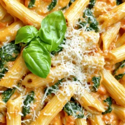 Für die cremige Tomaten-Spinat-Pasta benötigst du einige einfache Zutaten. Hier sind die Hauptbestandteile: - 225 g Pasta nach Wahl (Penne oder Fettuccine) - 1 Esslöffel Olivenöl - 3 Knoblauchzehen, fein gehackt - 1 Dose (400 g) zerdrückte Tomaten - 240 ml Schlagsahne - 2 Tassen frischer Spinat, grob gehackt - 1 Teelöffel getrockneter Basilikum - 1 Teelöffel getrockneter Oregano - Salz und Pfeffer nach Geschmack - 50 g geriebener Parmesan-Käse - Frische Basilikumblätter zur Garnitur Diese Zutaten bringen den vollen Geschmack hervor. Du kannst sie leicht in jedem Supermarkt finden. Du kannst die Zutaten nach deinem Geschmack anpassen. Hier sind einige Ideen: - Ersetze die Pasta durch Zoodles (Zucchini-Nudeln) für eine leichtere Option. - Nutze frische Tomaten statt der Dose. Sie geben frischen Geschmack. - Füge etwas Chili hinzu, wenn du es schärfer magst. - Probiere verschiedene Käsesorten aus, wie Mozzarella oder Feta. Diese Variationen machen das Gericht spannend und neu. Die Qualität deiner Zutaten macht einen großen Unterschied. Hier sind einige Tipps: - Verwende frischen Spinat, wenn möglich. Er hat mehr Geschmack und Nährstoffe. - Wähle hochwertige Olivenöle. Sie verbessern den Geschmack der Sauce. - Nutze frische Kräuter anstelle von getrockneten. Sie bringen mehr Aroma. - Wähle Parmesankäse von guter Qualität. Er macht die Sauce cremiger. Indem du auf die Qualität achtest, wird deine Pasta noch köstlicher. Du kannst die vollständige Anleitung in dem [Full Recipe] finden. Zuerst brauchen wir einen großen Topf. Fülle ihn mit Wasser und füge Salz hinzu. Bring das Wasser zum Kochen. Dann gib die Pasta hinein. Ich empfehle Penne oder Fettuccine, da sie die Sauce gut halten. Koche die Pasta gemäß den Anweisungen auf der Verpackung, bis sie al dente ist. Bevor du die Pasta abgießt, hebe etwa 120 ml vom Pastawasser auf. Das Wasser hilft später, die Sauce zu verdünnen. Gieße die Pasta ab und stelle sie beiseite. Jetzt kommt der spannende Teil! Nimm den gleichen Topf und erhitze 1 Esslöffel Olivenöl bei mittlerer Hitze. Füge die drei fein gehackten Knoblauchzehen hinzu und sautier sie für etwa eine Minute. Achte darauf, dass der Knoblauch nicht verbrennt. Dann gib die 400 g zerdrückten Tomaten in den Topf. Füge 1 Teelöffel getrockneten Basilikum und 1 Teelöffel getrockneten Oregano hinzu. Lass die Mischung für etwa 5 Minuten köcheln, damit die Aromen sich gut verbinden. Reduziere die Hitze und füge 240 ml Schlagsahne langsam hinzu. Erhitze die Mischung für 2-3 Minuten, bis sie warm ist. Jetzt kommt der frische Spinat! Gib 2 Tassen grob gehackten Spinat in die Sauce und rühre um. Lass ihn ein wenig zusammenfallen und würze dann mit Salz und Pfeffer. Jetzt ist es Zeit, die Pasta mit der Sauce zu verbinden. Gib die gekochte Pasta in die Sauce und vermenge alles gut. Ist die Sauce zu dick? Füge nach und nach etwas von dem reservierten Pastawasser hinzu, bis die Konsistenz stimmt. Zum Schluss rühre 50 g geriebenen Parmesan-Käse ein, bis er schmilzt. Serviere die Pasta sofort in Schalen und garniere sie mit frischen Basilikumblättern. Wenn du magst, streue noch etwas Parmesan darüber. Diese cremige Tomaten-Spinat-Pasta wird sicher alle begeistern! Du findest das vollständige Rezept [hier](Full Recipe). Um die perfekte Konsistenz deiner cremigen Tomaten-Spinat-Pasta zu erzielen, ist das Pastawasser wichtig. Wenn die Sauce zu dick ist, füge langsam etwas von dem reservierten Wasser hinzu. Rühre gut um. Dadurch wird die Sauce cremiger und geschmeidiger. Achte darauf, die Hitze niedrig zu halten, während du die Schlagsahne hinzufügst. Dies hilft, die Sauce gleichmäßig zu erwärmen. Für mehr Geschmack empfehle ich, frischen Knoblauch zu verwenden. Er bringt ein tolles Aroma. Du kannst auch Rotwein hinzufügen, um der Sauce Tiefe zu verleihen. Kräuter wie frischer Oregano oder Thymian passen gut. Auch eine Prise Chili-Flocken sorgt für einen kleinen Kick. Experimentiere mit verschiedenen Gewürzen, um deinen eigenen Geschmack zu finden. Ein häufiger Fehler ist, die Pasta zu lange zu kochen. Sie sollte al dente sein, also bissfest. Achte darauf, den Knoblauch nicht zu verbrennen. Er wird bitter, wenn er zu lange brät. Auch solltest du die Sauce nicht zu schnell kochen. Das kann dazu führen, dass die Schlagsahne gerinnt. Halte die Hitze immer niedrig, um dies zu vermeiden. {{image_4}} Du kannst diese cremige Tomaten-Spinat-Pasta leicht anpassen. Füge zum Beispiel frisches Gemüse hinzu. Paprika, Zucchini oder Brokkoli passen gut. Diese Zutaten bringen Farbe und Geschmack. Auch Kichererbsen können eine gute Ergänzung sein. Sie machen das Gericht noch sättigender. Für eine vegane Version kannst du die Schlagsahne ersetzen. Verwende stattdessen Kokosmilch oder eine pflanzliche Sahne. Diese Optionen geben dir die nötige Cremigkeit. Auch den Parmesan kannst du weglassen oder durch Hefeflocken ersetzen. So bleibt der Geschmack und das Gericht ist vegan. Die Wahl des Käses macht einen großen Unterschied. Parmesan ist klassisch, aber du kannst auch andere Sorten probieren. Feta bringt eine salzige Note. Ricotta sorgt für eine leichte Süße. Mozzarella schmilzt gut und macht das Gericht besonders lecker. Experimentiere mit verschiedenen Käsesorten, um deinen perfekten Geschmack zu finden. Für mehr Details, schau dir das [Full Recipe] an. Die cremige Tomaten-Spinat-Pasta bleibt im Kühlschrank bis zu vier Tage frisch. Verwende einen luftdichten Behälter, um die Pasta zu lagern. So bleibt der Geschmack erhalten. Vergiss nicht, die Pasta vor dem Servieren gut umzurühren. Wenn du mehr Pasta gemacht hast, kannst du sie auch einfrieren. Teile die Portionen in Behälter oder Gefrierbeutel. Die Pasta hält sich bis zu drei Monate im Gefrierfach. Achte darauf, etwas Platz in den Behältern zu lassen, da die Pasta beim Einfrieren etwas an Volumen zunehmen kann. Zum Aufwärmen empfehle ich, die Pasta in einer Pfanne zu erhitzen. Füge etwas Wasser oder Brühe hinzu, um die Sauce wieder cremig zu machen. Erhitze sie langsam bei mittlerer Hitze, bis alles durchgewärmt ist. So bleibt die Pasta frisch und lecker. Ja, du kannst die Pasta im Voraus zubereiten. Koche die Pasta nach den Anweisungen. Lass sie dann abkühlen und bewahre sie in einem luftdichten Behälter im Kühlschrank auf. Wenn du bereit bist, sie zu essen, erhitze die Pasta kurz in der Mikrowelle oder in einer Pfanne. Füge die Sauce hinzu, wenn sie heiß ist. Die cremige Tomaten-Spinat-Pasta passt gut zu vielen Beilagen. Hier sind einige Vorschläge: - Ein frischer grüner Salat mit Vinaigrette - Knoblauchbrot oder Baguette - Gegrilltes Gemüse, wie Zucchini oder Paprika - Ein leichteres Gericht wie gegrillter Fisch oder Hähnchen Wenn du die Sauce dicker machen möchtest, gibt es einige einfache Tricks: - Lass die Sauce länger köcheln. Dadurch verdampft mehr Wasser. - Füge etwas mehr geriebenen Käse hinzu. Der Käse hilft, die Sauce zu binden. - Mische etwas Maisstärke mit Wasser und rühre es in die Sauce ein. - Verwende weniger Schlagsahne oder füge mehr zerdrückte Tomaten hinzu. Diese Tipps helfen dir, die perfekte Konsistenz zu erreichen. Du kannst die Sauce nach deinem Geschmack anpassen. In diesem Beitrag haben wir die besten Zutaten für eine cremige Tomaten-Spinat-Pasta erkundet. Wir haben Schritt für Schritt gezeigt, wie man die Pasta und die Sauce zubereitet. Außerdem teile ich Tipps für die perfekte Konsistenz und gewähre Einblicke in leckere Variationen. Achten Sie darauf, die Qualität der Zutaten zu verbessern, um den besten Geschmack zu erzielen. Vergessen Sie nicht, die Pasta richtig aufzubewahren, damit nichts verschwendet wird. Diese Pasta ist einfach und macht immer Freude. Probieren Sie es aus!