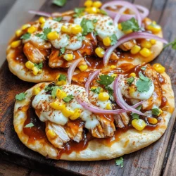 Für ein leckeres BBQ Chicken Flatbread brauchst du einige einfache Zutaten. Hier sind die Hauptzutaten, die du sammeln solltest: - 2 Fladenbrote - 1 Tasse gekochtes Hähnchen, zerrupft - 1/2 Tasse BBQ-Sauce - 1 Tasse geriebener Mozzarella-Käse - 1/2 Tasse rote Zwiebel, dünn geschnitten - 1/2 Tasse Maiskörner (frisch oder aus der Dose) Diese Zutaten machen das Fladenbrot saftig und geschmackvoll. Um das BBQ Chicken Flatbread noch besser zu machen, füge einige Gewürze hinzu. Diese machen den Geschmack lebendiger: - 1/2 Teelöffel geräucherter Paprika - 1/4 Teelöffel schwarzer Pfeffer - Frischer Koriander, gehackt (zum Garnieren) Die Gewürze bringen eine tolle Tiefe in das Gericht. Der geräucherte Paprika gibt ein tolles Aroma. Frische Zutaten sind der Schlüssel zu einem großartigen BBQ Chicken Flatbread. Hier sind einige Tipps: - Wähle Fladenbrote, die weich und frisch sind. Achte auf das Haltbarkeitsdatum. - Kaufe das Hähnchen frisch oder aus einer vertrauenswürdigen Quelle. - Achte darauf, dass die Zwiebeln fest und ohne Druckstellen sind. - Verwende frischen Koriander, wenn möglich. Das gibt einen frischen Geschmack. Indem du frische Zutaten wählst, wird dein Gericht noch besser. Wenn du mehr lernen möchtest, schau dir das [Full Recipe] an und entdecke neue Ideen! Zuerst heizen Sie Ihren Ofen auf 220 °C (425 °F) vor. Das sorgt für eine knusprige Basis. Nehmen Sie dann eine mittelgroße Schüssel. Dort vermengen Sie 1 Tasse zerrupftes Hähnchen mit 1/2 Tasse BBQ-Sauce. Rühren Sie gut, bis das Hähnchen gleichmäßig bedeckt ist. So bekommt es viel Geschmack. Bereiten Sie auch die anderen Zutaten vor. Schneiden Sie die rote Zwiebel in dünne Ringe. Messen Sie den geriebenen Mozzarella-Käse und die Maiskörner ab. Jetzt kommt der spannende Teil: das BBQ-Hähnchen. Sie haben bereits das zerrupfte Hähnchen mit der BBQ-Sauce vermischt. Verteilen Sie diese Mischung gleichmäßig auf den Fladenbroten. Lassen Sie dabei einen kleinen Rand frei. Das hilft, die Füllung im Fladenbrot zu halten. Danach streuen Sie großzügig den geriebenen Mozzarella darüber. Fügen Sie die roten Zwiebeln und die Maiskörner hinzu. Würzen Sie alles mit 1/2 Teelöffel geräuchertem Paprika und 1/4 Teelöffel schwarzem Pfeffer. Diese Gewürze geben einen tollen Geschmack. Legen Sie die Fladenbrote auf ein Backblech mit Backpapier. Backen Sie sie nun für 12-15 Minuten im vorgeheizten Ofen. Der Käse sollte schmelzen und sprudeln. Die Ränder des Fladenbrotes werden goldbraun und knusprig. Nach dem Backen lassen Sie die Fladenbrote eine Minute abkühlen. Dann schneiden Sie sie in Stücke. Garnieren Sie das Fladenbrot mit frisch gehacktem Koriander. Dieser bringt frische Aromen. Servieren Sie die Fladenbrote heiß. Fügen Sie eine kleine Schüssel mit zusätzlicher BBQ-Sauce zum Dippen hinzu. So wird jedes Stück noch leckerer! Wenn Sie BBQ Chicken Flatbread machen, gibt es einige Fehler, die Sie vermeiden sollten. Einer der häufigsten Fehler ist, zu viel BBQ-Sauce zu verwenden. Zu viel Sauce macht das Fladenbrot matschig. Halten Sie sich an die Menge in der Full Recipe. Achten Sie auch darauf, den Ofen gut vorzuheizen. Ein kalter Ofen führt zu ungleichmäßiger Garung. Ein weiterer Fehler ist, den Käse nicht gleichmäßig zu verteilen. Ein gleichmäßiger Käsebelag sorgt für eine bessere Schmelzqualität und Geschmack. Schließlich sollten Sie die Fladenbrote nicht zu lange backen. Überbackenes Brot wird hart und trocken. BBQ Chicken Flatbread eignet sich hervorragend für Meal Prep. Sie können die Zutaten im Voraus zubereiten und leicht zusammenstellen. Kochen Sie das Hähnchen und schneiden Sie das Gemüse am Sonntag. Lagern Sie alles in luftdichten Behältern. So sind Sie am Wochentag schnell fertig. Einfach die Fladenbrote mit der Mischung belegen und backen. Es dauert nur 15 Minuten, und Sie haben ein leckeres Abendessen. Für die perfekte Grillvariante können Sie die Fladenbrote direkt auf dem Grill zubereiten. Heizen Sie den Grill auf mittlere Hitze vor. Belegen Sie die Fladenbrote wie in der Full Recipe beschrieben. Wickeln Sie das Fladenbrot in Alufolie, um ein Ankleben zu verhindern. Grillen Sie die Fladenbrote 8 bis 10 Minuten pro Seite. Achten Sie darauf, sie nicht zu verbrennen. Diese Methode gibt dem Fladenbrot einen rauchigen Geschmack, der fantastisch schmeckt. {{image_4}} Wenn du eine vegetarische Version machen willst, ersetze das Hähnchen. Nutze stattdessen gegrilltes Gemüse. Paprika, Zucchini und Auberginen passen gut. Du kannst auch Kichererbsen verwenden. Diese geben einen schönen Biss und viel Geschmack. Vergiss nicht, die BBQ-Sauce zu verwenden. Sie macht alles lecker. Du kannst auch mit verschiedenen Saucen experimentieren. Probiere scharfe Sauce oder eine Knoblauchsoße aus. Diese geben deinem Flatbread einen neuen Kick. Eine Mischung aus BBQ-Sauce und Honig ist ebenfalls toll. Sie bringt eine süße Note, die gut zu den anderen Zutaten passt. Sei kreativ mit den Saucen! Im Sommer kannst du frische Kräuter wie Basilikum oder Rucola hinzufügen. Diese bringen Frische und Farbe. Im Herbst sind Kürbisstücke eine gute Wahl. Sie geben eine herzhafte Note. Im Winter kannst du geröstete Nüsse oder Äpfel verwenden. Diese geben deinem Flatbread eine besondere Note. Du kannst die Ideen aus dem Full Recipe leicht anpassen. BBQ Chicken Flatbread bleibt am besten frisch, wenn Sie es richtig lagern. Lagern Sie das Fladenbrot in einem luftdichten Behälter. So bleibt es weich und lecker. Stellen Sie den Behälter in den Kühlschrank, um die Haltbarkeit zu verlängern. Die kühle Temperatur hilft, das Wachstum von Bakterien zu stoppen. Wenn Sie Reste haben, lassen Sie diese zuerst abkühlen. Wickeln Sie das Fladenbrot in Frischhaltefolie oder Aluminiumfolie. Sie können es auch in einen luftdichten Behälter legen. So bleibt der Geschmack frisch. Reste sind im Kühlschrank etwa 3 bis 4 Tage haltbar. Um den besten Geschmack zu erhalten, erwärmen Sie das Fladenbrot im Ofen. Heizen Sie den Ofen auf 180 °C (350 °F) vor. Legen Sie das Fladenbrot auf ein Backblech. Erwärmen Sie es für etwa 10 Minuten. So wird der Käse wieder schmelzend und das Brot knusprig. Sie können auch die Mikrowelle nutzen, aber das Fladenbrot wird nicht knusprig. BBQ Chicken Flatbread bleibt frisch, wenn Sie es richtig lagern. In einem luftdichten Behälter hält es sich bis zu drei Tage im Kühlschrank. Wenn Sie es einfrieren, kann es bis zu drei Monate halten. Denken Sie daran, es gut zu verpacken, um Gefrierbrand zu vermeiden. Vor dem Servieren einfach im Ofen aufwärmen, um den Käse wieder schmelzen zu lassen. Ja, Sie können BBQ Chicken Flatbread glutenfrei zubereiten. Ersetzen Sie die normalen Fladenbrote durch glutenfreie Fladenbrote. Achten Sie beim Kauf auf die Zutatenliste, um sicherzugehen, dass alle Produkte glutenfrei sind. Viele Marken bieten leckere glutenfreie Optionen an. So können auch glutenfreie Freunde dieses Gericht genießen. Zu BBQ Chicken Flatbread passen viele Beilagen gut. Ein frischer Salat mit leichtem Dressing ergänzt die Aromen. Auch gegrilltes Gemüse ist eine tolle Wahl. Wenn Sie etwas Süßes möchten, probieren Sie einen Obstsalat. Diese Beilagen runden das Essen ab und bringen Abwechslung auf den Tisch. BBQ Chicken Flatbread ist ein leckeres Gericht, das du leicht zubereiten kannst. Wir haben die Hauptzutaten, die Zubereitungsschritte und viele nützliche Tipps besprochen. Du kannst frische, gesunde Alternativen verwenden und viele Variationen ausprobieren. Denke daran, die häufigsten Fehler zu meiden und deine Reste richtig zu lagern. Mit den richtigen Infos wirst du tolle Ergebnisse erzielen. Begeistere deine Familie und Freunde mit diesem Gericht. Viel Spaß beim Kochen und Genießen!