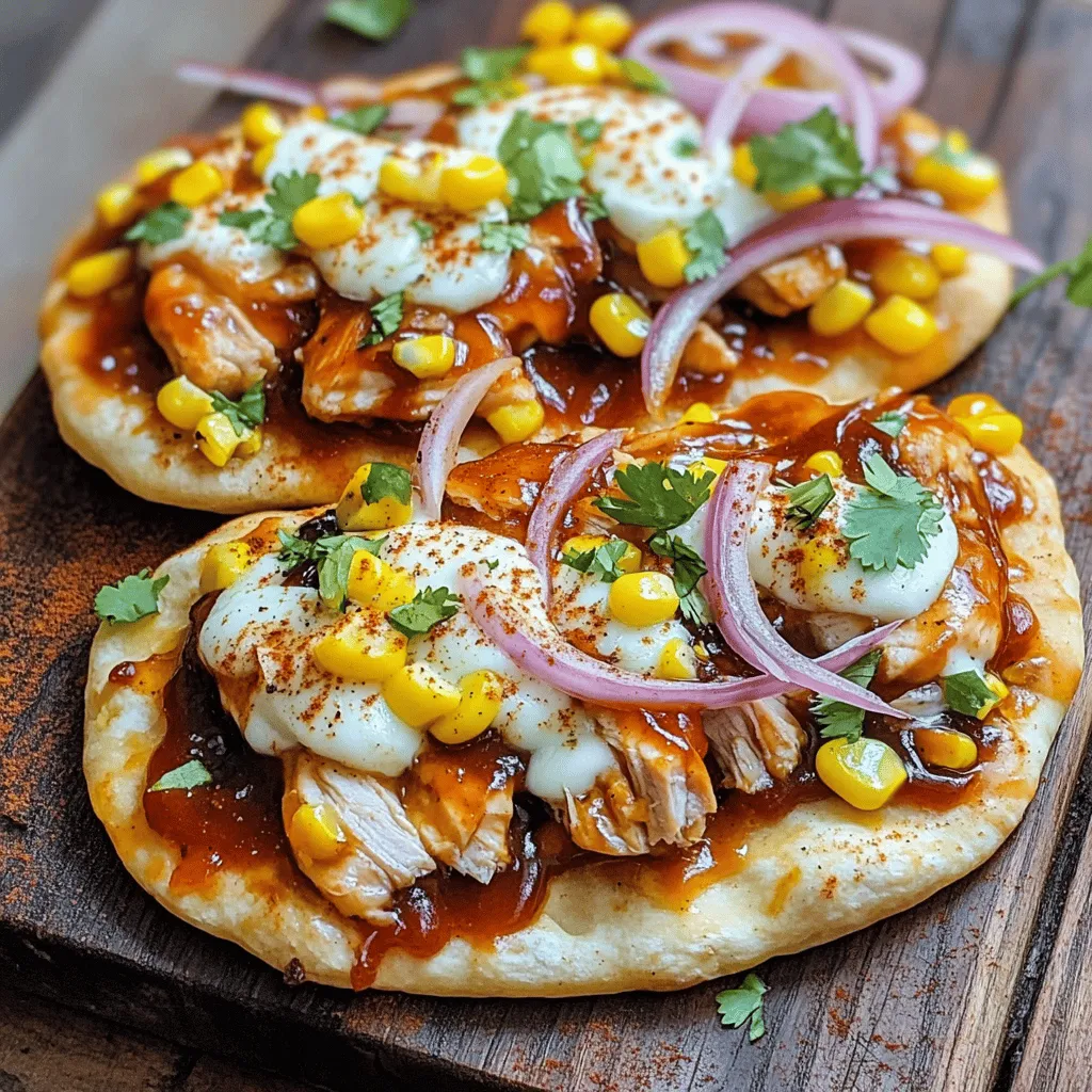 Für ein leckeres BBQ Chicken Flatbread brauchst du einige einfache Zutaten. Hier sind die Hauptzutaten, die du sammeln solltest: - 2 Fladenbrote - 1 Tasse gekochtes Hähnchen, zerrupft - 1/2 Tasse BBQ-Sauce - 1 Tasse geriebener Mozzarella-Käse - 1/2 Tasse rote Zwiebel, dünn geschnitten - 1/2 Tasse Maiskörner (frisch oder aus der Dose) Diese Zutaten machen das Fladenbrot saftig und geschmackvoll. Um das BBQ Chicken Flatbread noch besser zu machen, füge einige Gewürze hinzu. Diese machen den Geschmack lebendiger: - 1/2 Teelöffel geräucherter Paprika - 1/4 Teelöffel schwarzer Pfeffer - Frischer Koriander, gehackt (zum Garnieren) Die Gewürze bringen eine tolle Tiefe in das Gericht. Der geräucherte Paprika gibt ein tolles Aroma. Frische Zutaten sind der Schlüssel zu einem großartigen BBQ Chicken Flatbread. Hier sind einige Tipps: - Wähle Fladenbrote, die weich und frisch sind. Achte auf das Haltbarkeitsdatum. - Kaufe das Hähnchen frisch oder aus einer vertrauenswürdigen Quelle. - Achte darauf, dass die Zwiebeln fest und ohne Druckstellen sind. - Verwende frischen Koriander, wenn möglich. Das gibt einen frischen Geschmack. Indem du frische Zutaten wählst, wird dein Gericht noch besser. Wenn du mehr lernen möchtest, schau dir das [Full Recipe] an und entdecke neue Ideen! Zuerst heizen Sie Ihren Ofen auf 220 °C (425 °F) vor. Das sorgt für eine knusprige Basis. Nehmen Sie dann eine mittelgroße Schüssel. Dort vermengen Sie 1 Tasse zerrupftes Hähnchen mit 1/2 Tasse BBQ-Sauce. Rühren Sie gut, bis das Hähnchen gleichmäßig bedeckt ist. So bekommt es viel Geschmack. Bereiten Sie auch die anderen Zutaten vor. Schneiden Sie die rote Zwiebel in dünne Ringe. Messen Sie den geriebenen Mozzarella-Käse und die Maiskörner ab. Jetzt kommt der spannende Teil: das BBQ-Hähnchen. Sie haben bereits das zerrupfte Hähnchen mit der BBQ-Sauce vermischt. Verteilen Sie diese Mischung gleichmäßig auf den Fladenbroten. Lassen Sie dabei einen kleinen Rand frei. Das hilft, die Füllung im Fladenbrot zu halten. Danach streuen Sie großzügig den geriebenen Mozzarella darüber. Fügen Sie die roten Zwiebeln und die Maiskörner hinzu. Würzen Sie alles mit 1/2 Teelöffel geräuchertem Paprika und 1/4 Teelöffel schwarzem Pfeffer. Diese Gewürze geben einen tollen Geschmack. Legen Sie die Fladenbrote auf ein Backblech mit Backpapier. Backen Sie sie nun für 12-15 Minuten im vorgeheizten Ofen. Der Käse sollte schmelzen und sprudeln. Die Ränder des Fladenbrotes werden goldbraun und knusprig. Nach dem Backen lassen Sie die Fladenbrote eine Minute abkühlen. Dann schneiden Sie sie in Stücke. Garnieren Sie das Fladenbrot mit frisch gehacktem Koriander. Dieser bringt frische Aromen. Servieren Sie die Fladenbrote heiß. Fügen Sie eine kleine Schüssel mit zusätzlicher BBQ-Sauce zum Dippen hinzu. So wird jedes Stück noch leckerer! Wenn Sie BBQ Chicken Flatbread machen, gibt es einige Fehler, die Sie vermeiden sollten. Einer der häufigsten Fehler ist, zu viel BBQ-Sauce zu verwenden. Zu viel Sauce macht das Fladenbrot matschig. Halten Sie sich an die Menge in der Full Recipe. Achten Sie auch darauf, den Ofen gut vorzuheizen. Ein kalter Ofen führt zu ungleichmäßiger Garung. Ein weiterer Fehler ist, den Käse nicht gleichmäßig zu verteilen. Ein gleichmäßiger Käsebelag sorgt für eine bessere Schmelzqualität und Geschmack. Schließlich sollten Sie die Fladenbrote nicht zu lange backen. Überbackenes Brot wird hart und trocken. BBQ Chicken Flatbread eignet sich hervorragend für Meal Prep. Sie können die Zutaten im Voraus zubereiten und leicht zusammenstellen. Kochen Sie das Hähnchen und schneiden Sie das Gemüse am Sonntag. Lagern Sie alles in luftdichten Behältern. So sind Sie am Wochentag schnell fertig. Einfach die Fladenbrote mit der Mischung belegen und backen. Es dauert nur 15 Minuten, und Sie haben ein leckeres Abendessen. Für die perfekte Grillvariante können Sie die Fladenbrote direkt auf dem Grill zubereiten. Heizen Sie den Grill auf mittlere Hitze vor. Belegen Sie die Fladenbrote wie in der Full Recipe beschrieben. Wickeln Sie das Fladenbrot in Alufolie, um ein Ankleben zu verhindern. Grillen Sie die Fladenbrote 8 bis 10 Minuten pro Seite. Achten Sie darauf, sie nicht zu verbrennen. Diese Methode gibt dem Fladenbrot einen rauchigen Geschmack, der fantastisch schmeckt. {{image_4}} Wenn du eine vegetarische Version machen willst, ersetze das Hähnchen. Nutze stattdessen gegrilltes Gemüse. Paprika, Zucchini und Auberginen passen gut. Du kannst auch Kichererbsen verwenden. Diese geben einen schönen Biss und viel Geschmack. Vergiss nicht, die BBQ-Sauce zu verwenden. Sie macht alles lecker. Du kannst auch mit verschiedenen Saucen experimentieren. Probiere scharfe Sauce oder eine Knoblauchsoße aus. Diese geben deinem Flatbread einen neuen Kick. Eine Mischung aus BBQ-Sauce und Honig ist ebenfalls toll. Sie bringt eine süße Note, die gut zu den anderen Zutaten passt. Sei kreativ mit den Saucen! Im Sommer kannst du frische Kräuter wie Basilikum oder Rucola hinzufügen. Diese bringen Frische und Farbe. Im Herbst sind Kürbisstücke eine gute Wahl. Sie geben eine herzhafte Note. Im Winter kannst du geröstete Nüsse oder Äpfel verwenden. Diese geben deinem Flatbread eine besondere Note. Du kannst die Ideen aus dem Full Recipe leicht anpassen. BBQ Chicken Flatbread bleibt am besten frisch, wenn Sie es richtig lagern. Lagern Sie das Fladenbrot in einem luftdichten Behälter. So bleibt es weich und lecker. Stellen Sie den Behälter in den Kühlschrank, um die Haltbarkeit zu verlängern. Die kühle Temperatur hilft, das Wachstum von Bakterien zu stoppen. Wenn Sie Reste haben, lassen Sie diese zuerst abkühlen. Wickeln Sie das Fladenbrot in Frischhaltefolie oder Aluminiumfolie. Sie können es auch in einen luftdichten Behälter legen. So bleibt der Geschmack frisch. Reste sind im Kühlschrank etwa 3 bis 4 Tage haltbar. Um den besten Geschmack zu erhalten, erwärmen Sie das Fladenbrot im Ofen. Heizen Sie den Ofen auf 180 °C (350 °F) vor. Legen Sie das Fladenbrot auf ein Backblech. Erwärmen Sie es für etwa 10 Minuten. So wird der Käse wieder schmelzend und das Brot knusprig. Sie können auch die Mikrowelle nutzen, aber das Fladenbrot wird nicht knusprig. BBQ Chicken Flatbread bleibt frisch, wenn Sie es richtig lagern. In einem luftdichten Behälter hält es sich bis zu drei Tage im Kühlschrank. Wenn Sie es einfrieren, kann es bis zu drei Monate halten. Denken Sie daran, es gut zu verpacken, um Gefrierbrand zu vermeiden. Vor dem Servieren einfach im Ofen aufwärmen, um den Käse wieder schmelzen zu lassen. Ja, Sie können BBQ Chicken Flatbread glutenfrei zubereiten. Ersetzen Sie die normalen Fladenbrote durch glutenfreie Fladenbrote. Achten Sie beim Kauf auf die Zutatenliste, um sicherzugehen, dass alle Produkte glutenfrei sind. Viele Marken bieten leckere glutenfreie Optionen an. So können auch glutenfreie Freunde dieses Gericht genießen. Zu BBQ Chicken Flatbread passen viele Beilagen gut. Ein frischer Salat mit leichtem Dressing ergänzt die Aromen. Auch gegrilltes Gemüse ist eine tolle Wahl. Wenn Sie etwas Süßes möchten, probieren Sie einen Obstsalat. Diese Beilagen runden das Essen ab und bringen Abwechslung auf den Tisch. BBQ Chicken Flatbread ist ein leckeres Gericht, das du leicht zubereiten kannst. Wir haben die Hauptzutaten, die Zubereitungsschritte und viele nützliche Tipps besprochen. Du kannst frische, gesunde Alternativen verwenden und viele Variationen ausprobieren. Denke daran, die häufigsten Fehler zu meiden und deine Reste richtig zu lagern. Mit den richtigen Infos wirst du tolle Ergebnisse erzielen. Begeistere deine Familie und Freunde mit diesem Gericht. Viel Spaß beim Kochen und Genießen!