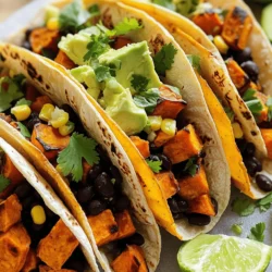 Für die würzigen Chipotle-Süßkartoffel-Tacos brauchst du: - 2 mittelgroße Süßkartoffeln, geschält und gewürfelt - 1 Esslöffel Olivenöl - 1 Teelöffel geräuchertes Paprikapulver - 1 Teelöffel Kreuzkümmel (gemahlen) - 1 Teelöffel Chipotle-Chilipulver - Salz und Pfeffer nach Geschmack - 1 Dose schwarze Bohnen, abgetropft und abgespült - 1 Tasse Mais (frisch, gefroren oder aus der Dose) - 1 Avocado, gewürfelt - 1/4 Tasse frischer Koriander, gehackt - 8 kleine Maistortillas - Limettenspalten zum Servieren Wähle frische, feste Süßkartoffeln. Sie sollten keine Druckstellen haben. Achte darauf, dass die Bohnen gut abgetropft sind. Frischer Koriander bringt den besten Geschmack. Für die Maistortillas wähle Weichmacher, die nicht brüchig sind. Diese sorgen für einen besseren Biss. Wenn du keine Süßkartoffeln hast, nutze Kürbis oder Karotten. Anstelle von schwarzen Bohnen kannst du Kidneybohnen verwenden. Für eine schärfere Note probiere Jalapeños oder frische Chilis. Bei der Avocado kannst du auch Guacamole nehmen. Das gibt den Tacos eine cremige Textur. Zuerst heize deinen Ofen auf 220°C (425°F) vor. Das sorgt dafür, dass die Süßkartoffeln gleichmäßig garen. Lege ein Backblech mit Backpapier aus. Das macht das spätere Aufräumen viel einfacher. Schäle und würfle die Süßkartoffeln. Sie sollten gleich groß sein, damit sie gleichmäßig garen. In einer großen Schüssel mischst du die gewürfelten Süßkartoffeln mit Olivenöl, geräuchertem Paprikapulver, Kreuzkümmel, Chipotle-Chilipulver, Salz und Pfeffer. Mische alles gut, bis die Süßkartoffeln gleichmäßig bedeckt sind. Verteile die gewürzten Süßkartoffeln auf dem Backblech. Achte darauf, dass sie in einer einzigen Schicht liegen. Das hilft ihnen, schön zu rösten. Röste die Süßkartoffeln für 25-30 Minuten. Wende sie nach 15 Minuten. Sie sind fertig, wenn sie zart und leicht karamellisiert sind. Während die Süßkartoffeln im Ofen sind, erhitze einen mittelgroßen Topf bei mittlerer Hitze. Füge die abgetropften schwarzen Bohnen und den Mais hinzu. Rühre gelegentlich um, damit nichts anbrennt. Erhitze die Mischung für etwa 5 Minuten. Würze sie nach deinem Geschmack mit Salz und Pfeffer. Jetzt sind die Süßkartoffeln und die Bohnen-Mais-Mischung bereit. Du kannst alles zusammenstellen und deine Tacos füllen. Wenn du die vollständige Anleitung möchtest, schau dir das Rezept für würzige Chipotle-Süßkartoffel-Tacos an. Die Röstaromen machen diese Tacos besonders lecker. Um sie zu erreichen, ist die richtige Temperatur wichtig. Röste die Süßkartoffeln bei 220°C. So karamellisieren sie gut. Achte darauf, dass du sie in einer einzigen Schicht auf dem Blech verteilst. Wenn sie sich berühren, werden sie eher dampfen als rösten. Wende sie nach der Hälfte der Zeit. So bekommst du eine gleichmäßige Röstung. Das Anrichten macht viel aus. Beginne mit einer warmen Tortilla. Platziere eine großzügige Menge der gerösteten Süßkartoffeln in der Mitte. Dann füge die Bohnen-Mais-Mischung hinzu. Das gibt Farbe und Geschmack. Toppe alles mit frischer Avocado und Koriander. Ein Spritzer Limette bringt Frische ins Spiel. Serviere die Tacos warm, damit sie am besten schmecken. Meal Prep kann dir Zeit sparen. Bereite die Süßkartoffeln und die Bohnen-Mais-Mischung im Voraus zu. Du kannst sie in luftdichten Behältern im Kühlschrank lagern. Erwärme sie einfach bei Bedarf. Die Tortillas kannst du ebenfalls im Voraus erwärmen. So bist du schnell bereit, leckere Tacos zu genießen. Nutze auch den [Full Recipe], um die Zubereitung noch einfacher zu machen. {{image_4}} Die würzigen Chipotle-Süßkartoffel-Tacos sind bereits vegan und perfekt für jeden. Du kannst sie jedoch anpassen. Ersetze die Avocado durch Guacamole für eine cremige Note. Verwende auch verschiedene Bohnen, wie Kidneybohnen oder Pinto-Bohnen. Diese Optionen bringen neue Geschmäcker und Texturen in dein Gericht. Du kannst viele Toppings verwenden, um die Tacos noch besser zu machen. Probiere frische Salsa oder Pico de Gallo. Ein Spritzer Limettensaft bringt Frische. Du kannst auch saure Sahne oder vegane Joghurtalternativen hinzufügen. Für den Crunch sind gehackte Nüsse oder knusprige Zwiebeln toll. Schau dir die Gewürze an, die du benutzt. Füge mehr Chipotle-Chilipulver hinzu, wenn du es schärfer magst. Du kannst auch andere Gewürze wie Oregano oder Koriander probieren. Experimentiere mit frischen Kräutern wie Basilikum oder Minze für einen neuen Geschmack. Mixe die Süßkartoffeln mit anderen Gemüsesorten wie Paprika oder Zucchini. So erstellst du viele neue Varianten. Wenn du mehr über die Zubereitung erfahren möchtest, schaue dir das [Full Recipe](#) an. Die Lagerung der Zutaten ist wichtig für den besten Geschmack. Bewahre die Süßkartoffeln an einem kühlen, dunklen Ort auf. Ein Schrank oder eine Speisekammer ist ideal. Lagere frische Zutaten wie Avocado und Koriander im Kühlschrank. Halte sie in einem luftdichten Behälter oder einer Plastiktüte. So bleiben sie frisch. Die schwarzen Bohnen kannst du in einem verschlossenen Glas aufbewahren. Achte darauf, dass sie trocken sind. Reste sind eine tolle Möglichkeit, um neue Gerichte zu kreieren. Du kannst die Süßkartoffeln in einem Salat verwenden. Einfach die kalten Würfel mit etwas Olivenöl und Essig mischen. Die Bohnen und den Mais kannst du in einer Suppe verwenden. Füge etwas Brühe dazu, und du hast eine schnelle Mahlzeit. Avocado-Reste passen gut auf Toast. Sei kreativ und nutze alles, was übrig bleibt. Die vorbereiteten Tacos halten sich im Kühlschrank etwa 2 bis 3 Tage. Stelle sicher, dass du sie in einem luftdichten Behälter aufbewahrst. Wenn du die Tacos länger aufbewahren willst, friere die Füllung ein. So bleibt der Geschmack frisch. Erwärme die Füllung einfach in der Mikrowelle oder auf dem Herd. Die Tortillas solltest du separat aufbewahren. So werden sie nicht matschig. Für die vollständige Anleitung und weitere Tipps schau dir das Full Recipe an! Um die Tacos glutenfrei zu machen, wähle Maistortillas. Diese sind eine tolle Option. Vermeide Weizentortillas, da sie Gluten enthalten. Achte darauf, dass alle anderen Zutaten, wie Bohnen und Gewürze, auch glutenfrei sind. So kannst du die Tacos ohne Sorgen genießen. Ja, du kannst die Süßkartoffeln im Voraus zubereiten. Koche sie und lasse sie abkühlen. Lege sie dann in einen Behälter im Kühlschrank. Du kannst sie bis zu drei Tage aufbewahren. Wenn du bereit bist, die Tacos zu machen, erhitze die Süßkartoffeln einfach im Ofen oder in der Mikrowelle. Du kannst viele leckere Beilagen zu den Tacos servieren. Eine frische Guacamole passt gut dazu. Auch ein einfacher grüner Salat ist eine gute Wahl. Darüber hinaus kannst du Salsa oder einen Joghurt-Dip anbieten. Diese Beilagen bringen zusätzlichen Geschmack und Frische. Diese Anleitung zeigt dir, wie du leckere Tacos mit Süßkartoffeln und Bohnen zubereitest. Wir haben die besten Zutaten gewählt und Tipps für die Zubereitung und das Servieren gegeben. Du kannst auch verschiedene Variationen ausprobieren oder Reste richtig lagern. Denke daran, die Tacos nach deinem Geschmack anzupassen. Ob vegan oder mit zahlreichen Toppings, die Möglichkeiten sind groß. Mit diesen einfachen Schritten wirst du tolle Tacos kochen. Viel Spaß beim Ausprobieren!