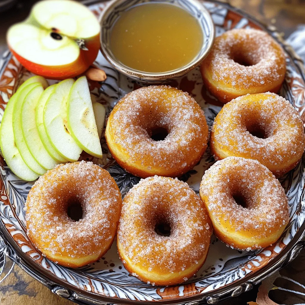 Für diese köstlichen gebackenen Apfelwein-Donuts benötigen wir einige einfache Zutaten: - 2 Tassen Allzweckmehl - 1 Tasse Apfelwein - 1/2 Tasse Zucker - 1/2 Tasse brauner Zucker, leicht gepackt - 2 Teelöffel Backpulver - 1 Teelöffel Natron - 1 Teelöffel gemahlener Zimt - 1/2 Teelöffel gemahlene Muskatnuss - 1/2 Teelöffel Salz - 2 große Eier - 1/4 Tasse ungesalzene Butter, geschmolzen - 1 Teelöffel Vanilleextrakt - 1/2 Tasse Apfelmus - Zusätzlicher Zimt-Zucker zum Bestreuen (1/4 Tasse Zucker gemischt mit 1 Esslöffel Zimt) Diese Zutaten sorgen für einen tollen Geschmack und eine saftige Textur. Wenn du einige Zutaten nicht hast, gibt es Alternativen: - Glutenfreies Mehl: Verwende eine glutenfreie Mehlmischung für die gleiche Konsistenz. - Honig oder Ahornsirup: Tausche den Zucker gegen Honig oder Ahornsirup aus. - Pflanzenöl: Nutze Pflanzenöl statt Butter für eine vegane Option. - Zimt und Muskatnuss: Experimentiere mit anderen Gewürzen wie Ingwer oder Nelken für einen neuen Geschmack. Diese Optionen helfen dir, das Rezept anzupassen und persönliche Vorlieben zu berücksichtigen. Um dir eine bessere Vorstellung von den Zutaten zu geben, stelle dir Folgendes vor: - Mehl: Weiß und fein gemahlen, bereit, die Basis zu bilden. - Apfelwein: Goldgelb, frisch und duftend, bringt Fruchtigkeit. - Zucker: Kristallklar, bereit, die süße Note hinzuzufügen. - Eier: Frisch und gelb, sie binden alles zusammen. Diese Bilder helfen dir, die Zutaten zu erkennen und sicherzustellen, dass du alles hast, was du brauchst. Wenn du möchtest, schau dir auch den Full Recipe an, um die Schritte zu sehen. Heize deinen Ofen auf 175°C vor. Fette dein Donut-Blech gut ein. Du kannst Sprühfett verwenden. Dies hilft, die Donuts später einfach zu lösen. In einer großen Schüssel vermische die trockenen Zutaten. Nimm 2 Tassen Allzweckmehl, 2 Teelöffel Backpulver, 1 Teelöffel Natron, 1 Teelöffel Zimt, 1/2 Teelöffel Muskatnuss und 1/2 Teelöffel Salz. Mische alles gut mit einem Schneebesen. Das sorgt für eine gleichmäßige Verteilung. In einer separaten Schüssel gib 1 Tasse Apfelwein, 1/2 Tasse Zucker, 1/2 Tasse braunen Zucker, 2 Eier, 1/4 Tasse geschmolzene Butter, 1 Teelöffel Vanilleextrakt und 1/2 Tasse Apfelmus. Rühre die Mischung gut durch, bis sie glatt ist. Achte darauf, keine Klumpen zu haben. Gib die trockenen Zutaten nach und nach zu den feuchten Zutaten. Mische vorsichtig, bis alles gerade so kombiniert ist. Es ist in Ordnung, wenn ein paar Klumpen bleiben. Fülle den Teig in einen Spritzbeutel oder einen Gefrierbeutel mit abgeschnittener Ecke. Fülle jedes Donut-Förmchen zu etwa 2/3 mit Teig. Backe die Donuts im vorgeheizten Ofen für 12-15 Minuten. Sie sind fertig, wenn ein Zahnstocher sauber herauskommt. Lass die Donuts 5 Minuten im Blech abkühlen. Danach lege sie auf ein Kuchengitter. Wälze die noch warmen Donuts in einer Mischung aus Zimt und Zucker. Das macht sie extra lecker. Für das vollständige Rezept, schaue bitte auf die [Full Recipe]. Ein häufiger Fehler ist, die Zutaten zu lange zu mischen. Mischen Sie nur, bis alles verbunden ist. Klumpen sind okay. Zu lange Rühren macht die Donuts zäh. Ein weiterer Fehler ist, den Ofen nicht vorzuheizen. Ein kalter Ofen führt zu ungleichmäßigem Backen. Stellen Sie sicher, dass Sie das Donut-Blech gut fetten. Dadurch lösen sich die Donuts leichter. Um den besten Geschmack zu erhalten, verwenden Sie hochwertigen Apfelwein. Dies hebt den Apfelgeschmack. Fügen Sie etwas frischen Zimt in den Teig hinzu. Dies verstärkt das Aroma. Ein Spritzer frischer Zitronensaft kann die Süße ausbalancieren. Experimentieren Sie mit verschiedenen Zuckermischungen für den Zimt-Zucker-Belag. Die Präsentation macht einen großen Unterschied. Arrangieren Sie die Donuts auf einem schönen Teller. Nutzen Sie eine kleine Schüssel Apfelwein als Dipping-Sauce. Fügen Sie dünne Apfelscheiben hinzu, um Farbe und Frische zu bringen. Verwenden Sie auch frische Kräuter, wie Minze, als hübsche Garnitur. Für ein festliches Gefühl, können Sie die Donuts mit Puderzucker bestäuben. {{image_4}} Baked Apple Cider Donuts sind köstlich. Aber lassen Sie uns kreativ sein! Sie können mit verschiedenen Aromen spielen. Fügen Sie zum Beispiel Schokoladenstückchen hinzu. Das gibt den Donuts eine süße Note. Oder versuchen Sie Karamellstücke für einen reichhaltigen Geschmack. Zimt und Muskatnuss sind großartige Gewürze. Aber auch Ingwer kann den Donuts einen besonderen Kick geben. Experimentieren Sie mit Nüssen oder getrockneten Früchten. Diese Variationen machen die Donuts noch spannender! Für eine glutenfreie Version können Sie glutenfreies Mehl verwenden. Es gibt viele gute Mischungen auf dem Markt. Achten Sie darauf, dass die Mischung auch gut aufgeht. Eine Mischung aus Mandel- und Reismehl funktioniert gut. Diese Mehle geben den Donuts eine leichte Textur. Sie können auch Hafermehl probieren. Achten Sie darauf, dass der Hafer glutenfrei ist. Diese Optionen sind lecker und gesund! Sie können die Donuts auch überziehen oder füllen. Eine Glasur aus Puderzucker und Apfelwein ist einfach. Diese Glasur macht die Donuts süß und glänzend. Für eine gefüllte Version können Sie Apfelmus oder Karamell verwenden. Füllen Sie die Donuts mit einer Spritztüte. Das gibt jedem Biss eine Überraschung. Versuchen Sie auch eine Schokoladenglasur für einen reichen Geschmack. Diese Ideen machen die Donuts noch köstlicher und festlicher! Um Ihre gebackenen Apfelwein-Donuts frisch zu halten, lagern Sie sie in einem luftdichten Behälter. Dies hilft, die Feuchtigkeit zu bewahren und die Donuts weich zu halten. Wenn Sie keine Box haben, wickeln Sie die Donuts in Frischhaltefolie. Lagern Sie sie bei Raumtemperatur, um die beste Textur zu erhalten. Wenn Sie die Donuts aufwärmen möchten, nutzen Sie den Ofen. Heizen Sie ihn auf 175°C vor. Legen Sie die Donuts auf ein Backblech und erwärmen Sie sie für etwa 5 Minuten. So bleiben sie schön warm und weich. Mikrowellen sind auch eine Option, aber sie können die Donuts gummiartig machen. Diese Donuts halten bei richtiger Lagerung etwa 3 bis 5 Tage. Wenn Sie sie länger aufbewahren möchten, können Sie sie einfrieren. Wickeln Sie jeden Donut einzeln in Frischhaltefolie und legen Sie sie in einen Gefrierbeutel. So bleiben sie bis zu 3 Monate frisch. Zum Auftauen lassen Sie sie einfach bei Raumtemperatur stehen oder wärmen Sie sie im Ofen auf. Gebackene Apfelwein-Donuts halten sich gut. Lagern Sie sie in einer luftdichten Box. So bleiben sie frisch für etwa drei Tage. Im Kühlschrank können sie bis zu einer Woche halten. Aber ich empfehle, sie frisch zu genießen. So schmecken sie am besten! Ja, Sie können die Donuts im Voraus zubereiten. Bereiten Sie den Teig einfach vor und lagern Sie ihn im Kühlschrank. Backen Sie die Donuts, wenn Sie bereit sind, sie zu genießen. Wenn Sie die Donuts schon gebacken haben, können Sie sie auch einfrieren. Wickeln Sie sie gut ein, um Frostschäden zu vermeiden. So haben Sie immer frische Donuts zur Hand! Wenn Sie keinen Apfelwein verwenden möchten, probieren Sie Fruchtsäfte. Apfelsaft ist die beste Wahl. Sie können auch Birnensaft oder Traubensaft verwenden. Diese Säfte geben den Donuts einen anderen Geschmack, aber sie bleiben lecker. Achten Sie darauf, die Zuckermenge im Rezept anzupassen, wenn der Saft süß ist. Um die Donuts gesünder zu machen, versuchen Sie diese Tipps: - Verwenden Sie Vollkornmehl statt Allzweckmehl. - Reduzieren Sie den Zucker um ein Drittel. - Ersetzen Sie die Butter durch Apfelmus. - Fügen Sie gemahlene Nüsse oder Haferflocken hinzu. Diese Änderungen machen die Donuts nahrhafter und lecker! Gebackene Apfelwein-Donuts sind einfach köstlich und leicht zu machen. In diesem Artikel habe ich die wichtigsten Zutaten, Schritt-für-Schritt-Anleitungen und viele nützliche Tipps geteilt. Ich hoffe, dass die Variationen dir neue Ideen geben. Denke daran, die Donuts gut zu lagern, damit sie frisch bleiben. Mit diesen Informationen kannst du jetzt leckere Donuts in deiner Küche zaubern. Viel Spaß beim Ausprobieren!