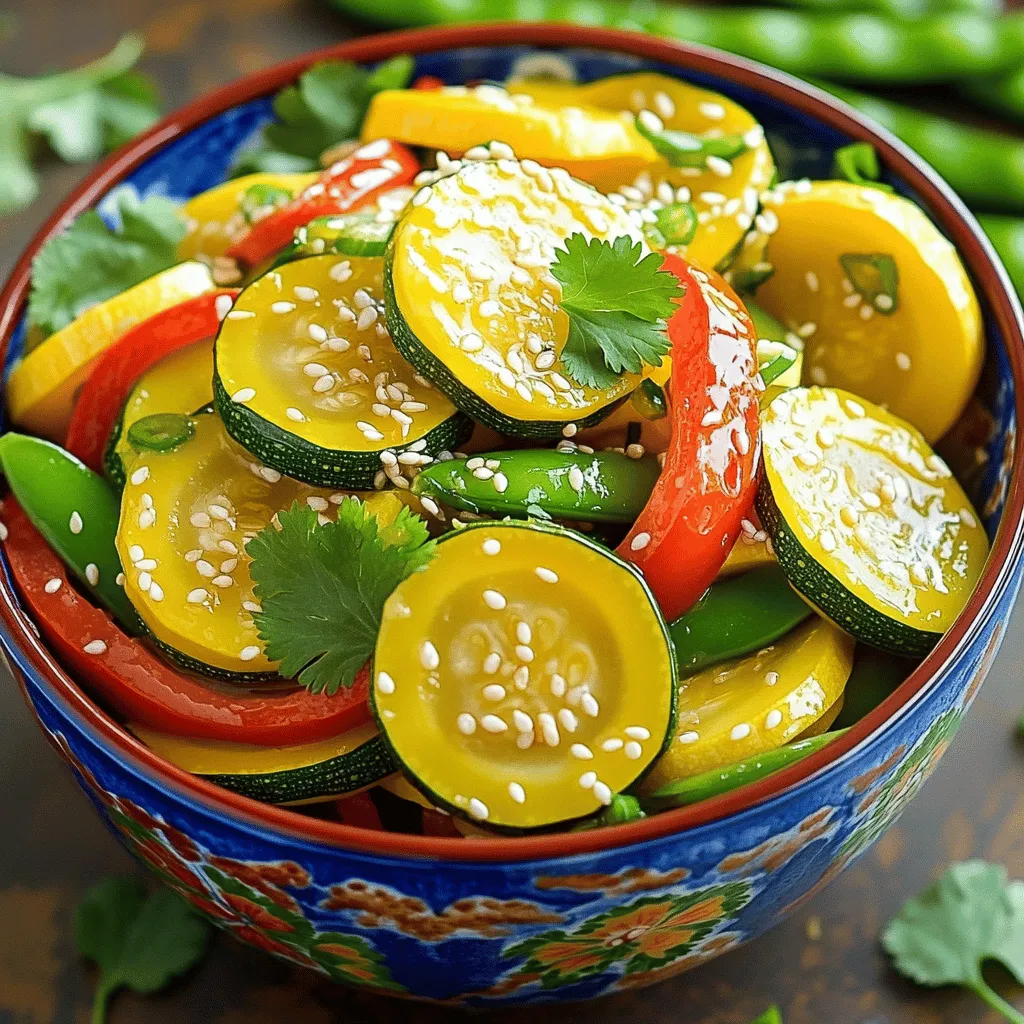- 2 mittlere gelbe Zucchini - 2 mittlere grüne Zucchini - 1 rote Paprika - 1 Tasse Zuckerschoten - 1 mittlere Zwiebel - 3 Knoblauchzehen - 1 Teelöffel frisch geriebener Ingwer - Weitere benötigte Zutaten wie Sojasauce, Sesamöl, Reisessig, Salz und Pfeffer, Sesamsamen Um ein tolles Sommergemüse Gericht zu zaubern, sind frische Zutaten wichtig. Zucchini sind knackig und saftig. Rote Paprika gibt einen süßen Geschmack. Zuckerschoten fügen eine süße Note hinzu und bringen Farbe. Die Zwiebel und der Knoblauch sorgen für Aroma. Frisch geriebener Ingwer bringt einen Hauch von Schärfe. Für die Soße verwenden wir Sojasauce, die umami Geschmack gibt. Sesamöl bringt einen nussigen Geschmack. Reisessig fügt eine leichte Säure hinzu. Salz und Pfeffer runden das Gericht ab. Sesamsamen sind perfekt zum Garnieren. Mit diesen Zutaten wird die Sommergemüse Fiesta Pfanne nicht nur lecker, sondern auch bunt. Du kannst die Zutaten nach deinem Geschmack anpassen. Vielleicht möchtest du mehr Zucchini oder weniger Paprika. Experimentiere mit Gemüse, das du magst. Für die vollständigen Schritte zur Zubereitung schaue dir das Rezept an. Zuerst schneide das Gemüse. Nimm zwei gelbe Zucchini und zwei grüne Zucchini. Schneide sie in Halbmonde. Dann schneide die rote Paprika in Streifen. Bereite auch die Zuckerschoten vor. Halbiere die Zwiebel und schneide sie dünn. Hacke die drei Knoblauchzehen fein. Reibe den Ingwer und stelle alles bereit. Jetzt ist es Zeit, die Zutaten zusammenzustellen. Du brauchst auch Sojasauce, Sesamöl, Reisessig, Salz und Pfeffer. Halte alles bereit, damit du schnell arbeiten kannst. Erhitze die Pfanne bei mittlerer Hitze. Gib das Sesamöl hinein. Sobald das Öl heiß ist, füge die geschnittene Zwiebel hinzu. Brate sie 2-3 Minuten an. Sie sollte weich werden. Jetzt kommt der Knoblauch und der Ingwer. Rühre sie ein und koche alles für eine Minute. Du wirst den tollen Duft bemerken. Füge nun die gelbe Zucchini, die grüne Zucchini und die rote Paprika in die Pfanne. Brate das Gemüse etwa 5-7 Minuten an. Es soll leicht zart, aber knackig bleiben. Jetzt ist es Zeit für die Zuckerschoten. Gib sie in die Pfanne und brate sie weitere 2-3 Minuten. Zum Schluss träufle die Sojasauce und den Reisessig über das Gemüse. Würze mit Salz und Pfeffer nach Geschmack. Schwenke alles gut durch. So wird die Soße das Gemüse gleichmäßig ummanteln. Nimm die Pfanne vom Herd. Bestreue das Gericht mit Sesamsamen. Du kannst auch frischen Koriander hinzufügen. Damit ist deine Sommergemüse Fiesta Pfanne bereit! Für die komplette Anleitung schau dir das [Full Recipe] an. - Koche das Gemüse nicht zu lange. So bleibt es knackig. - Nutze frische Zutaten für einen besseren Geschmack. Frische Zucchini und Paprika machen den Unterschied. - Verwende nicht zu viel Sojasauce. Es kann das Gericht zu salzig machen. - Achte darauf, dass das Gemüse gleichmäßig gar wird. Rühre oft um, damit alles gut gart. Wenn du die Tipps und Tricks im Kopf behältst, wird deine Sommergemüse Fiesta Pfanne ein Hit. Diese einfache Methode macht das Kochen leicht und lässt das Gemüse strahlen. Schau dir auch das [Full Recipe] an, um alle Schritte zu sehen und dein Gericht perfekt zu machen. {{image_4}} Für eine vegane Variante nutze einfach Sojasauce ohne tierische Produkte. Achte auf das Etikett. Du kannst auch andere Gemüsearten hinzufügen. Brokkoli, Karotten oder Paprika bringen Farbe und Geschmack. Diese Auswahl macht deine Pfanne noch bunter und gesünder. Erlaube dir, kreativ zu sein. Wenn du mehr Protein möchtest, integriere Hähnchen oder Tofu. Schneide das Hähnchen in kleine Stücke und brate es zuerst an. So bleibt es saftig. Tofu ist eine tolle Alternative. Brate es goldbraun, bevor du das Gemüse hinzufügst. Für eine Meeresfrüchte-Variante kannst du Garnelen verwenden. Diese geben deinem Gericht einen leichten, maritimen Touch. Füge sie einfach in die Pfanne, nachdem du das Gemüse angebraten hast. Sie sind schnell gar und passen perfekt zu den Aromen. Probiere diese Variationen in deiner Sommergemüse Fiesta Pfanne aus. Du wirst überrascht sein, wie vielfältig dieses Gericht sein kann! Für das vollständige Rezept, schaue dir die [Full Recipe] an. Um die Sommergemüse Fiesta Pfanne frisch zu halten, lagere sie im Kühlschrank. Fülle die Reste in einen luftdichten Behälter. So bleibt das Gemüse knackig und lecker. Du kannst das Gericht auch einfrieren. Teile die Portionen in kleine Behälter auf. Achte darauf, dass sie gut verschlossen sind. So vermeidest du Gefrierbrand. Wenn du das Gericht wiedererwärmen möchtest, benutze eine Pfanne. Erhitze es bei mittlerer Temperatur, damit das Gemüse nicht matschig wird. Du kannst auch etwas Wasser hinzufügen, um Dampf zu erzeugen. Das hilft, die Frische zu bewahren. Alternativ kannst du die Reste in anderen Gerichten verwenden. Mische die Fiesta Pfanne in ein Omelett oder einen Wrap. Du kannst sogar einen Salat damit aufpeppen. So schaffst du neue, schmackhafte Gerichte aus den Resten. Die Sommergemüse Fiesta Pfanne bleibt im Kühlschrank etwa 3-4 Tage frisch. Lagere das Gericht in einem luftdichten Behälter. Das hilft, die Aromen zu bewahren und die Frische zu erhalten. Ja, du kannst viele andere Gemüsesorten hinzufügen. Hier sind einige Empfehlungen: - Brokkoli für mehr Biss - Karotten für Süße und Farbe - Auberginen für eine fleischige Textur - Pilze für zusätzlichen Umami-Geschmack Zu dieser Pfanne passen folgende Beilagen: - Gedämpfter Reis für eine herzliche Mahlzeit - Quinoa für einen nussigen Geschmack - Vollkornnudeln für eine sättigende Option - Ein frischer Salat für zusätzliche Frische Sommergemüse ist sehr nährstoffreich. Hier sind einige Vorteile: - Zucchini enthält viel Wasser und Ballaststoffe, die die Verdauung unterstützen. - Paprika ist reich an Vitamin C, das das Immunsystem stärkt. - Zuckerschoten bieten wichtige Vitamine und Mineralien. - Knoblauch hat antibakterielle Eigenschaften und fördert die Gesundheit des Herzens. Die Sommergemüse Fiesta Pfanne bietet eine bunte Mischung aus frischen Zutaten. Du hast gelernt, wie man sie zubereitet und welche Tipps du beachten solltest. Vergiss nicht, das Gemüse knackig zu halten und frische Zutaten zu nutzen. Diese Pfanne ist vielseitig und erlaubt viele Variationen. Probiere sie mit Hähnchen oder Tofu. Du kannst Reste im Kühlschrank aufbewahren und neu verwenden. Genieße die gesunden Vorteile und den frischen Geschmack!