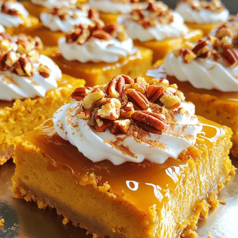 - Gelbe Kuchenmischung - Kürbispüree aus der Dose - Milch - Große Eier - Kürbiskuchengewürz - Vanilleextrakt - Karamellsauce - Schlagsahne - Gehackte Pekannüsse (optional) - Portionen und Umrechnungen: Dieses Rezept ergibt etwa 12 Portionen. Wenn du einen kleineren Kuchen machen möchtest, kannst du die Zutaten halbieren. - Tipps zur Auswahl frischer Zutaten: Achte darauf, dass dein Kürbispüree frisch und von guter Qualität ist. Wähle auch eine hochwertige Schlagsahne. Sie sorgt für einen besseren Geschmack. Für das beste Ergebnis verwende die genauen Maße aus dem [Full Recipe]. Wenn du etwas variieren möchtest, teste verschiedene Gewürze oder Nüsse. So bekommst du deinen ganz eigenen Karamell Kürbis Poke Kuchen! Heizen Sie Ihren Ofen auf 175 °C (350 °F) vor. Fetten Sie eine 9x13 Zoll große Backform ein und bestäuben Sie sie mit etwas Mehl. Dies hilft, dass der Kuchen nicht kleben bleibt. In einer großen Rührschüssel vermengen Sie die folgenden Zutaten: - 1 Paket gelbe Kuchenmischung - 1 Tasse Kürbispüree aus der Dose - 1 Tasse Milch - 3 große Eier - 1 Esslöffel Kürbiskuchengewürz - 1 Teelöffel Vanilleextrakt Mischen Sie alles gut mit einem Handmixer. Rühren Sie etwa 2 Minuten, bis die Mischung glatt ist. Gießen Sie den Teig in die vorbereitete Backform und streichen Sie die Oberfläche glatt. Backen Sie den Kuchen 25-30 Minuten lang. Machen Sie den Zahnstochertest, um zu prüfen, ob der Kuchen fertig ist. Stechen Sie den Zahnstochern in die Mitte. Er sollte sauber herauskommen. Nach dem Backen lassen Sie den Kuchen 10 Minuten in der Form abkühlen. Verwenden Sie dann den Griff eines Holzlöffels oder eine Gabel, um gleichmäßige Löcher in den Kuchen zu stechen. Stechen Sie die Löcher etwa 1 Zoll auseinander. Gießen Sie die Hälfte der Karamellsauce gleichmäßig über den Kuchen, sodass sie in die Löcher einsickert. Lassen Sie den Kuchen auf einem Kühlgitter mindestens 1 Stunde lang vollständig abkühlen. Das ist der Weg, um einen perfekten Karamell Kürbis Poke Kuchen zu machen. Probieren Sie das vollständige Rezept aus und genießen Sie jeden Bissen! Um den Karamell Kürbis Poke Kuchen perfekt zu machen, mischen Sie die Zutaten gut. Verwenden Sie eine Rührschüssel und einen Mixer. Mischen Sie sie mindestens zwei Minuten lang. Achten Sie darauf, dass der Teig glatt und ohne Klumpen ist. Die Kühlzeit ist wichtig. Lassen Sie den Kuchen nach dem Backen etwa eine Stunde abkühlen. So kann die Karamellsauce gut in die Löcher eindringen. Dies sorgt für einen saftigen und schmackhaften Kuchen. Die Präsentation des Kuchens ist einfach, aber wichtig. Schneiden Sie den Kuchen in Quadrate. Legen Sie die Stücke auf Dessertteller. Fügen Sie etwas zusätzliche Karamellsauce hinzu, um ihn ansprechend zu machen. Eine Kombination mit Schlagsahne passt perfekt. Die cremige Textur ergänzt den süßen Kuchen. Sie können auch gehackte Pekannüsse darüber streuen. Diese fügen Knusprigkeit und Geschmack hinzu. Für das beste Ergebnis, folgen Sie dem [Full Recipe]. {{image_4}} Wenn Sie gerne experimentieren, gibt es viele Wege, diesen Kuchen zu variieren. - Vegane oder glutenfreie Alternativen: Für eine vegane Version ersetzen Sie die Eier mit Apfelmus. Verwenden Sie pflanzliche Milch und eine glutenfreie Kuchenmischung. So bleibt der Geschmack unverändert und alle können genießen. - Experimentieren mit verschiedenen Nüssen: Anstelle von Pekannüssen können Sie Walnüsse oder Mandeln verwenden. Diese Nüsse bringen neue Texturen und Aromen in den Kuchen. Die Saison spielt eine große Rolle in der Küche. - Verwendung von frischen Kürbissen oder anderen Aromen: Frischer Kürbis kann den Geschmack intensivieren. Rösten Sie den Kürbis zuerst für ein reichhaltiges Aroma. Sie können auch andere Aromen wie Zimt oder Muskatnuss hinzufügen, um den Kuchen noch interessanter zu machen. Durch diese Anpassungen können Sie den Karamell Kürbis Poke Kuchen ganz nach Ihrem Geschmack gestalten. Besuchen Sie das [Full Recipe], um die Basis zu sehen und anzupassen! Um den Karamell Kürbis Poke Kuchen frisch zu halten, ist die richtige Lagerung wichtig. Der Kuchen bleibt am besten im Kühlschrank. Decken Sie ihn gut ab, um ihn vor anderen Gerüchen zu schützen. Wenn Sie den Kuchen für längere Zeit aufbewahren möchten, können Sie ihn auch im Gefrierfach lagern. Wickeln Sie ihn gut in Frischhaltefolie und dann in Alufolie ein. So bleibt er frisch. Im Kühlschrank hält der Kuchen etwa 3 bis 5 Tage. Achten Sie darauf, ihn in einem luftdichten Behälter zu lagern. Wenn Sie den Kuchen im Gefrierfach aufbewahren, kann er bis zu 3 Monate gut bleiben. Zum Wiedererwärmen legen Sie ein Stück Kuchen auf einen Teller und decken es mit einem feuchten Papiertuch ab. Erhitzen Sie ihn in der Mikrowelle für 15 bis 20 Sekunden. So bleibt der Kuchen saftig und lecker. Du kannst den Karamell Kürbis Poke Kuchen im Kühlschrank bis zu fünf Tage aufbewahren. Stelle sicher, dass du ihn gut abdeckst, damit er frisch bleibt. Wenn du ihn länger aufbewahren möchtest, kannst du ihn einfrieren. Im Gefrierfach hält er bis zu drei Monate. Achte darauf, ihn vor dem Einfrieren in Portionen zu teilen, damit du nur das auftauen kannst, was du brauchst. Ja, du kannst diesen Kuchen gut im Voraus zubereiten. Bereite den Kuchen bis zu einem Tag vorher zu und lass ihn abkühlen. Decke ihn dann ab und stelle ihn in den Kühlschrank. Vor dem Servieren kannst du die Schlagsahne und die Karamellsauce hinzufügen. Das sorgt dafür, dass der Kuchen frisch schmeckt. Wenn du ihn ein paar Tage vorher machst, ist das auch kein Problem. Lagere ihn einfach in einem gut verschlossenen Behälter. Wenn du keinen Karamell magst, gibt es viele leckere Alternativen. Du kannst die Karamellsauce durch Schokoladensauce ersetzen. Das gibt dem Kuchen einen anderen, aber ebenso köstlichen Geschmack. Du kannst auch Zimt oder eine Fruchtsoße verwenden, um ihm einen fruchtigen Touch zu geben. Eine Mischung aus Sahne und Erdnussbutter ist auch eine tolle Option. Sei kreativ und finde die Kombination, die dir am besten schmeckt! Dieser Artikel hat die Zutaten und Zubereitung für einen Kürbiskuchen behandelt. Wir schauten uns die besten Produkte sowie Tipps zum Backen an. Die Anleitung führt dich Schritt für Schritt zur perfekten Konsistenz. Variationen ermöglichen kreatives Ausprobieren mit Nüssen oder saisonalen Aromen. Die richtigen Lagerungstipps sorgen für Frische. Denke daran, du kannst den Kuchen im Voraus machen und anpassen. Mach dich bereit, deinen Freunden einen leckeren Kuchen zu servieren!