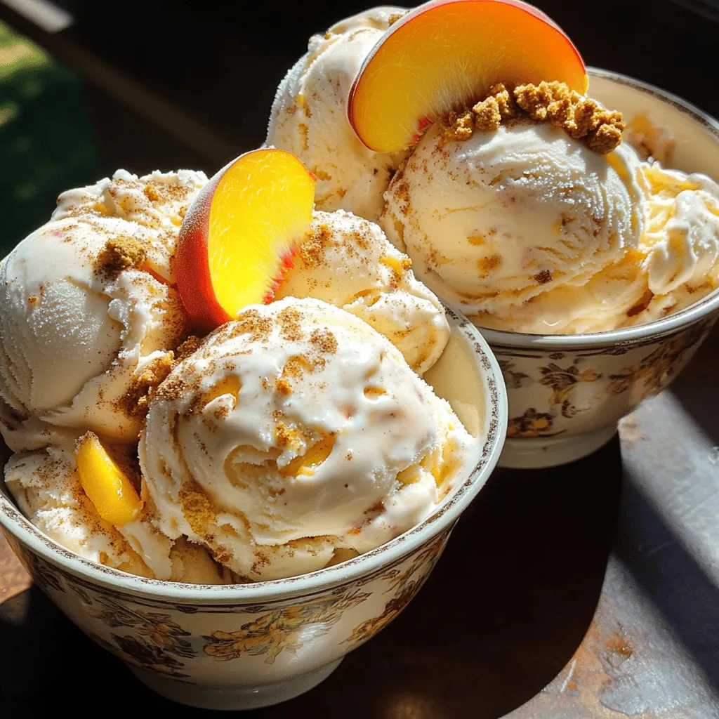 Um ein köstliches Peach Cobbler Ice Cream zu machen, brauchen Sie: - 3 reife Pfirsiche, geschält, entkernt und gewürfelt - 1 Tasse Zucker, aufgeteilt - 1 Esslöffel Zitronensaft - 1 Tasse Schlagsahne - 1 Tasse Vollmilch - 1 Teelöffel Vanilleextrakt - 1/2 Teelöffel Zimt - 1/4 Teelöffel Muskatnuss - 1 Tasse zerbröselte Graham-Cracker (für die Cobbler-Beschichtung) - 1/2 Tasse brauner Zucker Diese Zutaten geben dem Eis den perfekten Geschmack und die richtige Textur. Um Ihr Eis noch besser zu machen, können Sie einige optionale Zutaten hinzufügen: - Eine Prise Salz für mehr Tiefe - Walnüsse oder Mandeln für einen knackigen Biss - Ein Spritzer Honig für zusätzliche Süße Diese Optionen helfen, den Geschmack zu variieren und zu verbessern. Die Wahl der Pfirsiche ist wichtig für den Geschmack. Wählen Sie reife, saftige Pfirsiche. Achten Sie auf die folgenden Punkte: - Sie sollten weich sein, wenn Sie sie leicht drücken. - Der Duft sollte süß und aromatisch sein. - Vermeiden Sie Pfirsiche mit Druckstellen oder Flecken. Frische, qualitativ hochwertige Pfirsiche machen Ihr Ice Cream besonders lecker. Um die Pfirsiche vorzubereiten, brauchst du drei reife Früchte. Schäle sie und schneide sie in kleine Stücke. Mische die gewürfelten Pfirsiche mit 1/2 Tasse Zucker und einem Esslöffel Zitronensaft in einer Schüssel. Lass die Mischung für etwa 15 Minuten ruhen. So ziehen die Pfirsiche Saft und werden weich. Du kannst die Pfirsiche nach dem Ruhen pürieren oder einige Stücke für mehr Textur beiseite lassen. In einer großen Schüssel verrührst du die Schlagsahne, Vollmilch und die restlichen 1/2 Tasse Zucker. Füge einen Teelöffel Vanilleextrakt, 1/2 Teelöffel Zimt und 1/4 Teelöffel Muskatnuss hinzu. Rühre alles gut um, bis es gleichmäßig ist. Jetzt kommt der Pfirsichpüree dazu. Hebe ihn vorsichtig unter die Sahne-Mischung. Achte darauf, dass die Farben gut vermischt sind. Gib die fertige Mischung in die Eismaschine. Rühre sie gemäß den Anweisungen des Herstellers, normalerweise etwa 20 bis 25 Minuten. Während das Eis cremig wird, mische die zerbröselten Graham-Cracker mit braunem Zucker und einer Prise Zimt in einer kleinen Schüssel. Wenn das Eis fertig ist, schichte die Hälfte der Eismasse in einen gefriersicheren Behälter. Streue die Hälfte der Graham-Cracker-Mischung darüber und wiederhole diesen Schritt mit dem restlichen Eis. Glätte die Oberfläche und drücke sie sanft an. Decke den Behälter ab und stelle ihn für mindestens vier Stunden ins Gefrierfach. Um das beste Peach Cobbler Ice Cream zu machen, wähle reife Pfirsiche. Sie geben den besten Geschmack. Achte darauf, die Pfirsiche gut zu schälen und zu entkernen. Das macht die Vorbereitung einfach. Lass die Pfirsiche mit Zucker und Zitronensaft ziehen. Dieser Schritt hilft, den Saft zu ziehen. Dadurch wird die Mischung süßer und fruchtiger. Wenn du eine Eiscrememaschine verwendest, achte auf die Größe. Kleinere Maschinen benötigen mehr Zeit. Größere Maschinen sind oft schneller. Stelle sicher, dass die Schüssel gut gefroren ist, bevor du das Eis machst. Dies hilft, die richtige Konsistenz zu erreichen. Folge immer den Anweisungen des Herstellers. So gelingt das Eis perfekt. Ein häufiger Fehler ist, die Mischung nicht gut zu vermengen. Achte darauf, dass alles gleichmäßig ist. Wenn du die Graham-Cracker-Mischung hinzufügst, streue sie gleichmäßig. Das sorgt für den besten Crunch. Lasse das Eis nicht zu lange im Gefrierfach. Das Eis kann zu hart werden. Wenn du diese Tipps beachtest, wird dein Peach Cobbler Ice Cream immer lecker sein! {{image_4}} Wenn du eine vegane Version machen möchtest, gibt es viele Optionen. Anstatt Milch und Sahne kannst du Kokosmilch oder Mandelmilch verwenden. Diese geben dem Eis einen tollen Geschmack. Nutze auch pflanzliche Sahne, um die cremige Textur zu erreichen. Du kannst den Zucker durch Ahornsirup oder Agavendicksaft ersetzen. Diese Alternativen sind süß und gesund. Peach Cobbler Eiscreme kann leicht verändert werden. Probiere sie mit anderen Früchten. Erdbeeren, Himbeeren oder Blaubeeren passen gut dazu. Du kannst auch eine Mischung aus Pfirsichen und Beeren verwenden. Das gibt deinem Eis einen frischen und fruchtigen Geschmack. Denke daran, die Früchte gut vorzubereiten, damit sie gleichmäßig im Eis verteilt sind. Die Toppings machen das Eis noch spannender. Du kannst die Graham-Cracker-Mischung verwenden, um den Cobbler-Effekt zu erhalten. Füge geröstete Nüsse oder Schokolade hinzu, um mehr Crunch zu bekommen. Eine Prise Zimt oder Muskatnuss kann auch gut sein. Serviere das Eis mit frischen Pfirsichen oder einer Kirsche oben drauf. Das macht das Dessert noch schöner und leckerer. Um die Peach Cobbler Ice Cream frisch zu halten, nutze einen luftdichten Behälter. Achte darauf, das Eis gut abzudecken. Verwende Frischhaltefolie, um Luftkontakt zu vermeiden. So bleibt die Konsistenz weich und cremig. Eiscreme kann bis zu zwei Monate im Gefrierschrank haltbar sein. Nach dieser Zeit kann es gefrieren und Kristalle bilden. Du wirst die Frische und den Geschmack der Zutaten verlieren. Wenn du übrig gebliebenes Eis hast, verwende einen sauberen Eislöffel. So verhinderst du, dass Bakterien ins Eis gelangen. Du kannst das Eis auch in einem Shake oder Smoothie verwenden. Es macht jede Mischung cremiger und süßer. Um Peach Cobbler Ice Cream zu machen, brauchst du frische Pfirsiche und einige Grundzutaten. Du vermischst die gewürfelten Pfirsiche mit Zucker und Zitronensaft. Lass sie 15 Minuten ruhen, damit sie Saft ziehen. Danach pürierst du die Mischung. In einer anderen Schüssel vermengst du Sahne, Milch, Zucker, Vanille, Zimt und Muskatnuss. Dann hebst du das Pfirsichpüree unter. Die Mischung kommt in die Eismaschine und wird dort für 20-25 Minuten cremig. Du schichtest dann die Graham-Cracker-Mischung mit dem Eis. Schließlich lässt du es für mindestens 4 Stunden gefrieren. Für das vollständige Rezept, siehe [Full Recipe]. Du kannst sowohl frische als auch gefrorene Pfirsiche verwenden. Frische Pfirsiche sind süß und saftig. Sie geben dir eine schöne Textur. Gefrorene Pfirsiche sind praktisch, wenn frische nicht zur Verfügung stehen. Achte darauf, sie rechtzeitig auftauen zu lassen. Beide Varianten schmecken lecker in der Eiscreme. Ja, du kannst die Eiscreme auch ohne Eismaschine machen. Mixe die Zutaten wie gewohnt und fülle sie in eine gefrierfeste Schüssel. Rühre alle 30 Minuten mit einer Gabel um, bis sie fest wird. Das dauert etwa 4-5 Stunden. Diese Methode erfordert etwas mehr Geduld, aber das Ergebnis ist ebenso köstlich. Du hast jetzt alles, was du brauchst, um selbstgemachtes Pfirsich Cobbler Eis zu machen. Wir haben die besten Zutaten besprochen und viele hilfreiche Tipps gegeben, um sicherzustellen, dass du tolle Ergebnisse erzielst. Denke daran, dass frische Pfirsiche wichtig sind. Variiere die Rezepte nach deinem Geschmack. Achte auf die Lagerung, damit du die Eiscreme lange genießen kannst. Mit diesen Informationen machst du dein eigenes leckeres Eis. Viel Spaß beim Ausprobieren und Genießen!