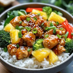 Für die Zubereitung der Pineapple Teriyaki Chicken Bowls benötigst du folgende Zutaten: - 2 Tassen gekochter Jasminreis - 450 g entbeinte Hähnchenschenkel, in mundgerechte Stücke geschnitten - 1 Tasse frische Ananasstücke - 1 Paprika (nach Wahl), in Streifen geschnitten - 1 Tasse Brokkoliröschen - 2 Esslöffel Pflanzenöl - 120 ml Teriyakisauce (kaufbereit oder selbstgemacht) - 2 Frühlingszwiebeln, in Scheiben geschnitten (zum Garnieren) - Sesamsamen (zum Garnieren) - Salz und Pfeffer nach Geschmack Manchmal hat man nicht alle Zutaten. Hier sind einige tolle Alternativen: - Hähnchen: Du kannst auch Putenfleisch oder Tofu verwenden. - Ananas: Ananas aus der Dose funktioniert ebenfalls gut. - Paprika: Verwende Zucchini oder Karotten als Ersatz. - Teriyakisauce: Kokosaminos sind eine tolle glutenfreie Option. Frische Zutaten machen einen großen Unterschied. Hier sind meine Tipps: - Hähnchen: Wähle festes, blasses Fleisch ohne unangenehmen Geruch. - Gemüse: Suche nach knackigen, bunten Stücken. Sie sollten keine braunen Flecken haben. - Ananas: Wähle eine Ananas mit einer süßen, frischen Note. Sie sollte leicht nach Ananas riechen. - Reis: Jasminreis sollte rein und ohne Verunreinigungen sein. Diese einfachen Tipps helfen dir, die besten Zutaten zu finden. So wird dein Gericht noch schmackhafter! Wenn du mehr wissen möchtest, schau dir das [Full Recipe] für die gesamte Zubereitung an. Zuerst erhitze 1 Esslöffel Pflanzenöl in einer großen Pfanne. Die Hitze sollte mittel bis hoch sein. Füge die Hähnchenstücke hinzu. Würze sie mit Salz und Pfeffer. Brate das Hähnchen für etwa 5 bis 7 Minuten. Es sollte goldbraun und durchgegart sein. Nimm das Hähnchen aus der Pfanne und lege es auf einen Teller. Gib das restliche Esslöffel Pflanzenöl in dieselbe Pfanne. Erhitze es gut. Füge die geschnittene Paprika und die Brokkoliröschen hinzu. Brate das Gemüse 3 bis 4 Minuten lang. Es sollte zart, aber knackig bleiben. Danach gib das gebratene Hähnchen zurück in die Pfanne. Füge die Ananasstücke und Teriyakisauce hinzu. Mische alles gut. Koche es für 2 bis 3 Minuten, bis alles warm ist. Nimm eine Servierschüssel und gib einen großen Löffel Jasminreis hinein. Toppe den Reis mit der Hähnchen-, Gemüse- und Ananasmischung. Streue die geschnittenen Frühlingszwiebeln und Sesamsamen darüber. So wird das Gericht schön und lecker aussehen. Serviere die Pineapple Teriyaki Chicken Bowls sofort. Um das Hähnchen perfekt zu braten, beginne mit Zimmertemperatur. Kaltes Hähnchen kann nicht gleichmäßig garen. Würze das Hähnchen gut mit Salz und Pfeffer. Verwende eine große Pfanne für mehr Platz. Erhitze das Öl gut, bevor du das Hähnchen hinzufügst. Brate das Hähnchen in einer einzigen Schicht, damit es schön bräunt. Wende die Stücke nur einmal, um eine gute Kruste zu bekommen. Um das Gemüse knackig zu halten, brate es nicht zu lange. Stelle die Hitze hoch ein, damit das Gemüse schnell gart. Schneide das Gemüse in gleich große Stücke, um eine gleichmäßige Garzeit zu gewährleisten. Füge das Gemüse erst nach dem Hähnchen hinzu, damit es nicht zu weich wird. Du kannst auch etwas Wasser oder Brühe in die Pfanne geben, um Dampf zu erzeugen. Das hilft, die Farbe und Knackigkeit zu bewahren. Die Teriyakisauce ist der Schlüssel zum Geschmack. Du kannst sie leicht anpassen. Füge frischen Ingwer oder Knoblauch hinzu, um mehr Tiefe zu schaffen. Ein Spritzer Limettensaft bringt Frische. Du kannst auch einen Hauch von Honig oder braunem Zucker hinzufügen, um die Süße zu verstärken. Experimentiere mit verschiedenen Sojasaucen. Eine würzige Sauce sorgt für einen interessanten Kick. Diese kleinen Änderungen machen einen großen Unterschied in deinem Gericht. Für das vollständige Rezept, schau dir die [Full Recipe] an. {{image_4}} Wenn du eine vegetarische Option suchst, ersetze das Hähnchen mit Tofu. Schneide den Tofu in Würfel und brate ihn goldbraun an. Du kannst auch mehr Gemüse verwenden. Zucchini, Karotten oder Pilze passen gut. Diese Zutaten bringen Geschmack und Textur in die Schalen. Um deinem Gericht einen neuen Twist zu geben, füge Mango hinzu. Die süße Mango ergänzt die Teriyakisauce perfekt. Du kannst frische oder gefrorene Mango verwenden. Auch Paprika ist eine tolle Wahl. Sie bringen Farbe und Knackigkeit. Wenn du nach einer gesünderen Option suchst, probiere Quinoa. Quinoa hat viel Eiweiß und ist leicht zuzubereiten. Blumenkohlreis ist eine weitere großartige Wahl. Er hat weniger Kohlenhydrate und ist glutenfrei. Beide Alternativen passen gut zu den Aromen der Bowls. Für das vollständige Rezept, schau dir den Abschnitt „Full Recipe“ an. Lagere die Reste in einem luftdichten Behälter. Stelle sicher, dass die Schüsseln gut abgedeckt sind. So bleiben die Aromen frisch. Du kannst die Reste bis zu drei Tage im Kühlschrank aufbewahren. Vermeide es, die Bowls bei Raumtemperatur stehen zu lassen. Das kann die Haltbarkeit verringern. Um die Bowls aufzuwärmen, benutze die Mikrowelle. Stelle die Hitze auf mittlere Stufe. Erhitze die Bowls etwa zwei bis drei Minuten. Rühre die Mischung nach der Hälfte um, um gleichmäßige Wärme zu erzielen. Alternativ kannst du die Bowls in einer Pfanne bei mittlerer Hitze aufwärmen. Füge etwas Wasser hinzu, um die Mischung feucht zu halten. Die meisten Zutaten halten sich gut. Gekochter Reis bleibt etwa vier bis fünf Tage frisch. Hähnchen kann bis zu vier Tage im Kühlschrank bleiben. Frisches Gemüse, wie Paprika und Brokkoli, sollte innerhalb von drei bis vier Tagen verbraucht werden. Achte darauf, die Ananas schnell zu verwenden, da sie schneller verdirbt. So hast du immer frische und leckere Bowls. Ja, du kannst die Teriyakisauce selbst machen. Mische 120 ml Sojasauce, 2 Esslöffel Honig, 1 Esslöffel Reisessig und 1 Teelöffel Knoblauch. Koche die Mischung kurz auf, bis sie dick wird. Das gibt dir eine frische, leckere Sauce, die perfekt zu den Bowls passt. Die Zubereitung der Pineapple Teriyaki Chicken Bowls dauert etwa 25 Minuten. Du brauchst 10 Minuten zum Vorbereiten und 15 Minuten zum Kochen. So kannst du schnell ein köstliches Gericht genießen, auch wenn du wenig Zeit hast. Die Pineapple Teriyaki Chicken Bowls sind nicht automatisch glutenfrei. Die Sojasauce enthält Gluten. Du kannst jedoch glutenfreie Sojasauce verwenden, um das Gericht anzupassen. Achte auch auf glutenfreie Produkte für andere Zutaten. So bleibt dein Gericht sicher für alle, die Gluten meiden. Die Pineapple Teriyaki Chicken Bowls bieten eine einfache und leckere Mahlzeit. Wir haben die besten Zutaten, Tipps zur Zubereitung und Variationen behandelt. Du kannst Tofu einsetzen oder exotische Zutaten wie Mango hinzufügen. Lagere Reste richtig, damit sie frisch bleiben. Du hast nun alle Infos, um deine eigenen Bowls zu kreieren. Probier verschiedene Zutaten aus und finde deinen Favoriten. Genieß das Kochen und überrascht deine Familie mit diesem Gericht!