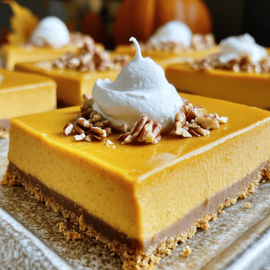 Um die perfekten Kürbisgewürz-Cheesecake-Quadrate zu machen, brauchst du folgende Zutaten: - 1 ½ Tassen Graham-Cracker-Brösel - ½ Tasse ungesalzene Butter, geschmolzen - 2 Esslöffel Kristallzucker - 450 g Frischkäse, weich - 1 Tasse aus der Dose pürierter Kürbis - ¾ Tasse brauner Zucker - 2 große Eier - 1 Teelöffel Vanilleextrakt - 2 Teelöffel Kürbiskuchengewürz - 1 Teelöffel Zimt - ½ Teelöffel Salz - Schlagsahne (zum Servieren, optional) - Gehackte Pekannüsse oder Walnüsse (als Garnitur, optional) Diese Zutaten sind leicht zu finden und machen das Rezept köstlich. Ich empfehle, hochwertige Marken zu verwenden. Für die Graham-Cracker-Brösel sind Marken wie Nabisco oder Keebler toll. Achte auf ungesalzene Butter von Marken wie Land O’Lakes. Für Frischkäse sind Philadelphia oder Almette eine gute Wahl. Wenn du Kürbispüree kaufst, wähle Bio-Produkte, um den besten Geschmack zu erzielen. Verwende auch frische Gewürze statt fertiger Mischungen, wenn möglich. Das gibt deinem Käsekuchen einen reicheren Geschmack. Diese Cheesecake-Quadrate enthalten Allergene wie Milch und Eier. Die Graham-Cracker können auch Gluten enthalten. Wenn du Allergien hast, achte darauf, glutenfreie Optionen zu wählen. Falls du Nüsse verwenden möchtest, informiere deine Gäste darüber. Das Rezept kann leicht angepasst werden, um Allergien zu berücksichtigen. Heizen Sie den Ofen auf 175°C vor. Nehmen Sie eine 20x20 cm Backform und legen Sie sie mit Backpapier aus. Lassen Sie das Papier über die Ränder hängen. So können Sie später die Cheesecake-Quadrate leicht herausnehmen. Mischen Sie in einer Schüssel die Graham-Cracker-Brösel, die geschmolzene Butter und den Kristallzucker. Vermengen Sie alles gut. Drücken Sie die Mischung fest auf den Boden der Backform. Backen Sie die Kruste für 10 Minuten. Lassen Sie sie dann abkühlen. Nehmen Sie eine große Schüssel. Schlagen Sie den weichen Frischkäse mit einem Handmixer, bis er glatt ist. Fügen Sie nun den pürierten Kürbis, den braunen Zucker, die Eier, den Vanilleextrakt, das Kürbiskuchengewürz, den Zimt und das Salz hinzu. Mischen Sie alles gut, bis Sie eine glatte Masse haben. Gießen Sie die Kürbis-Cheesecake-Füllung auf die abgekühlte Kruste. Verwenden Sie einen Teigschaber, um die Füllung gleichmäßig zu verteilen. Stellen Sie die Backform wieder in den Ofen. Backen Sie die Quadrate für 40-45 Minuten. Achten Sie darauf, dass die Ränder fest sind und die Mitte leicht wackelt. Der Cheesecake wird beim Abkühlen fester. Nehmen Sie die Form nach dem Backen aus dem Ofen. Lassen Sie den Cheesecake etwa 1 Stunde bei Raumtemperatur abkühlen. Danach stellen Sie ihn für mindestens 4 Stunden oder über Nacht in den Kühlschrank. Das sorgt für die besten Ergebnisse. Wenn Sie bereit sind zu servieren, ziehen Sie den Cheesecake mit dem Backpapier aus der Form. Schneiden Sie ihn in gleichmäßige Quadrate. Toppen Sie die Stücke mit Schlagsahne und gehackten Nüssen, wenn Sie möchten. Ein häufiges Problem ist, dass die Kruste zu weich wird. Achte darauf, die Graham-Cracker-Brösel gut zu drücken. Das hält die Kruste fest. Ein anderer Fehler ist das Übermixen der Käsefüllung. Das kann zu einer luftigen Textur führen. Mixe nur, bis alles gut vermischt ist. Für eine cremigere Füllung nutze Raumtemperatur-Frischkäse. Kalter Käse führt zu Klumpen. Achte darauf, die Füllung nicht zu lange zu backen. Die Mitte sollte leicht wackeln. So bleibt die Füllung perfekt cremig. Serviere die Cheesecake-Quadrate gekühlt. Das macht sie frisch und lecker. Toppe sie mit Schlagsahne für mehr Geschmack. Gehackte Nüsse geben einen schönen Crunch. Du kannst sie auch auf einem hübschen Teller anrichten. So sieht das Dessert gleich noch besser aus. Das vollständige Rezept findest du hier. {{image_4}} Du kannst die Kürbisgewürz-Cheesecake-Quadrate auch ganz ohne Kristallzucker machen. Stattdessen nutze einfach einen natürlichen Süßstoff wie Honig oder Agavendicksaft. Diese Alternativen sind weniger verarbeitet und bieten einen anderen Geschmack. Achte darauf, die Menge anzupassen. Süßstoffe haben oft eine andere Süßkraft als Zucker. Wenn du eine vegane Version wünschst, ist das ganz einfach. Ersetze den Frischkäse durch eine Mischung aus Cashewkernen und Kokosmilch. Weiche die Cashewkerne ein, dann püriere sie mit der Kokosmilch. Diese Mischung gibt eine schöne, cremige Konsistenz. Verwende auch einen pflanzlichen Ei-Ersatz, wie Apfelmus oder Leinsamen. So bleibt die Füllung vegan und lecker. Du kannst die Cheesecake-Quadrate nach deinem Geschmack variieren. Für eine schokoladige Note füge ½ Tasse geschmolzene Schokolade zur Füllung hinzu. Das bringt einen reichhaltigen Geschmack. Karamell kann ebenfalls eine tolle Ergänzung sein. Einfach ein bisschen Karamellsauce unter die Füllung mischen. Wenn du Nüsse magst, streue sie oben drauf oder mische sie in die Füllung. Gehackte Pekannüsse oder Walnüsse passen perfekt zu Kürbisgewürz. Für alle diese Variationen findest du das vollständige Rezept in der entsprechenden Sektion. Nach dem Backen sollten die Cheesecake-Quadrate gut abgekühlt sein. Wickeln Sie sie in Frischhaltefolie oder legen Sie sie in einen luftdichten Behälter. So bleiben sie frisch. Ich empfehle, die Quadrate im Kühlschrank zu lagern. Dort halten sie sich bis zu fünf Tage. Sie können die Cheesecake-Quadrate auch einfrieren. Schneiden Sie die Quadrate zuerst in Stücke. Wickeln Sie jedes Stück in Frischhaltefolie. Legen Sie die eingewickelten Quadrate in einen Gefrierbehälter. Sie bleiben so bis zu drei Monate haltbar. Zum Auftauen lassen Sie die Quadrate einfach über Nacht im Kühlschrank. Achten Sie darauf, dass die Quadrate gut eingepackt sind. So verhindern Sie, dass sie Gerüche aus dem Kühlschrank aufnehmen. Frisch gebackene Quadrate schmecken am besten. Aber auch nach ein paar Tagen sind sie lecker. Genießen Sie die Quadrate immer kühl. Wenn Sie das vollständige Rezept suchen, finden Sie es hier: [Full Recipe]. Die Kürbisgewürz-Cheesecake-Quadrate halten sich bis zu fünf Tage im Kühlschrank. Lagern Sie sie in einem luftdichten Behälter. So bleibt der Geschmack frisch und lecker. Stellen Sie sicher, dass Sie sie gut abdecken, um Austrocknen zu vermeiden. Ja, Sie können andere Gewürze nutzen. Zimt, Muskatnuss oder Ingwer passen gut dazu. Experimentieren Sie mit den Gewürzen, die Sie mögen. Achten Sie darauf, die Menge anzupassen, damit der Geschmack nicht zu stark wird. Das macht das Rezept noch interessanter! Um die Cheesecake-Quadrate gut zu schneiden, verwenden Sie ein scharfes Messer. Tauchen Sie das Messer in warmes Wasser, dann trocknen Sie es ab. So schneiden Sie die Quadrate glatt und ohne Bruch. Schneiden Sie die Quadrate, wenn sie gut gekühlt sind. Das macht es einfacher. Sie können viele Toppings verwenden! Schlagsahne ist eine beliebte Wahl. Gehackte Pekannüsse oder Walnüsse geben eine knusprige Textur. Auch Karamellsoße oder Schokoladensirup können tolle Ergänzungen sein. Seien Sie kreativ und wählen Sie, was Ihnen schmeckt! Das vollständige Rezept finden Sie hier: [Full Recipe]. Dort sind alle Schritte und Zutaten genau beschrieben. So gelingt Ihnen das Rezept sicher und einfach! Kürbisgewürz-Cheesecake-Quadrate sind einfach zu machen und lecker. Wir haben die Hauptzutaten und Marken besprochen, um sicher zu gehen, dass du das Beste wählst. Die Schritt-für-Schritt-Anleitung hilft dir, jeden Schritt genau zu befolgen. Tipps und Tricks zeigen, wie du häufige Fehler vermeidest und das Beste aus der Textur herausholst. Sei kreativ mit Variationen und genieße deine Quadrate frisch aufbewahrt. Mit diesen Informationen bist du gut gerüstet für dein Backabenteuer!