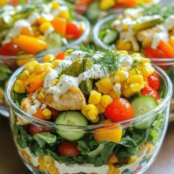 Für den Pickle Ranch Chicken and Veggie Bowl brauchst du frische und leckere Hauptzutaten. Hier ist eine Liste: - 2 Hähnchenbrustfilets, gewürfelt - 1 Tasse Dill-Tempelwasser - 1 Esslöffel Olivenöl - 1 Teelöffel Knoblauchpulver - 1 Teelöffel Zwiebelpulver - Salz und Pfeffer nach Geschmack - 1 Tasse Kirschtomaten, halbiert - 1 Tasse Gurken, gewürfelt - 1 Tasse Mais (frisch oder gefroren) - 1 Tasse Paprika, in Scheiben geschnitten (jede Farbe) - 1/4 Tasse frischer Dill, gehackt - 1/2 Tasse Ranch-Dressing (gekauft oder selbstgemacht) - 4 Tassen gemischte Blattsalate (Spinat, Rucola, Romaine) Diese Zutaten bieten viele Aromen und Texturen. Du wirst das Hähnchen mit dem Dill-Tempelwasser marinieren. Das gibt dem Gericht eine tolle Würze. Die Gewürze sind wichtig für den Geschmack. Knoblauchpulver und Zwiebelpulver sind einfach zu nutzen und geben viel Aroma. Salz und Pfeffer sorgen für die richtige Balance. Die Marinade aus Dill-Tempelwasser hilft, das Hähnchen zart zu machen. Durch das Marinieren kann das Hähnchen die Aromen gut aufnehmen. Ich empfehle, das Hähnchen mindestens 30 Minuten einzulegen. So wird es besonders schmackhaft. Du kannst das Gemüse nach deinem Geschmack wählen. Das Rezept nennt Kirschtomaten, Gurken, Mais und Paprika. Diese sind frisch und knackig. Alternativen sind Brokkoli, Zucchini oder Karotten. Damit kannst du das Gericht auch saisonal anpassen. Frisches Gemüse macht den Bowl bunt und gesund. Es gibt viele Möglichkeiten, deinen eigenen Twist zu finden. Du kannst das vollständige Rezept [Full Recipe] für mehr Details und Zubereitungsschritte finden. Zuerst marinieren wir das Hähnchen. Nimm die gewürfelten Hähnchenbrustfilets und lege sie in eine Schüssel. Gieße das Dill-Tempelwasser darüber. Das gibt viel Geschmack. Decke die Schüssel ab und stelle sie für mindestens 30 Minuten in den Kühlschrank. So nimmt das Hähnchen die Aromen gut auf. Jetzt kommt der spannende Teil! Erhitze Olivenöl in einer großen Pfanne auf mittlerer Hitze. Nimm das Hähnchen aus der Marinade und schmeiß die Marinade weg. Würze das Hähnchen mit Knoblauchpulver, Zwiebelpulver, Salz und Pfeffer. Gib das Hähnchen in die heiße Pfanne. Brate es etwa 7-10 Minuten lang an, bis es goldbraun und durchgegart ist. Vergiss nicht, gelegentlich umzurühren. Wir machen jetzt das Gemüse. In die gleiche Pfanne kommen die Kirschtomaten, Gurken, Mais und Paprika. Brate alles etwa 5 Minuten an. Das Gemüse sollte zart, aber knackig bleiben. Würze es leicht mit Salz und Pfeffer. Jetzt wird es kreativ! Nimm Servierschalen und schichte die gemischten Blattsalate als Basis. Darauf kommt das gebratene Gemüse und das Hähnchen. Die bunten Schichten sehen toll aus und machen jeden Bissen spannend. Zum Schluss träufle das Ranch-Dressing über die Bowl. Bestreue alles mit frischem, gehacktem Dill. Das gibt einen extra Geschmackskick! Du kannst die Bowl in klaren Schalen servieren, damit die Farben schön zur Geltung kommen. Für einen letzten Schliff kannst du Dillgurken-Scheiben an die Seite legen. Voilà, deine Pickle Ranch Chicken and Veggie Bowl ist bereit! Um das Hähnchen zarter zu machen, marinieren Sie es gut. Verwenden Sie Dill-Tempelwasser, um einen tollen Geschmack zu erzielen. Lassen Sie das Hähnchen mindestens 30 Minuten im Kühlschrank. So zieht die Marinade in die Fasern ein. Wenn Sie mehr Zeit haben, lassen Sie es länger marinieren. Das bringt noch mehr Geschmack. Sie können das Gemüse nach Saison und Vorliebe anpassen. Im Frühling sind Spargel und grüne Erbsen eine gute Wahl. Im Sommer passen Zucchini und Auberginen gut. Im Herbst können Sie Kürbis oder Rosenkohl nutzen. Dies macht Ihre Bowl bunt und gesund. Frisches Gemüse bringt mehr Geschmack und Nährstoffe. Selbstgemachtes Ranch-Dressing ist einfach. Mischen Sie Joghurt, Mayonnaise und Buttermilch. Fügen Sie Knoblauchpulver, Zwiebelpulver und frische Kräuter hinzu. Schmecken Sie das Dressing mit Salz und Pfeffer ab. Lassen Sie es vor dem Servieren etwas ziehen. So entwickeln sich die Aromen gut. Für die beste Bowl verwenden Sie frisches, selbstgemachtes Dressing. Das Rezept für die Pickle Ranch Chicken and Veggie Bowl finden Sie im Full Recipe. {{image_4}} Für eine vegetarische Version können Sie das Hähnchen durch Tofu oder Tempeh ersetzen. Schneiden Sie den Tofu in Würfel und marinieren Sie ihn genauso wie das Hähnchen. Braten Sie ihn dann goldbraun an. Für eine vegane Option verwenden Sie pflanzliches Dressing. So bleibt der Geschmack frisch und lecker. Experimentieren Sie mit verschiedenen Dressings für Ihre Bowl. Probieren Sie ein cremiges Avocado-Dressing oder ein zesty Zitrus-Dressing. Diese Dressings bringen neue Aromen in das Gericht. Sie können auch ein leichtes Balsamico-Dressing verwenden, um die Aromen zu heben. Möchten Sie etwas mehr Hitze? Fügen Sie frische oder eingelegte Jalapeños hinzu. Schneiden Sie sie in Scheiben und mischen Sie sie mit dem Gemüse. Die Schärfe der Jalapeños passt toll zum Geschmack der Ranch. So wird Ihre Bowl spannend und pikant. Um die Reste des Pickle Ranch Chicken and Veggie Bowls frisch zu halten, bewahre sie in einem luftdichten Behälter auf. Stelle sicher, dass die Reste gut abgekühlt sind, bevor du sie in den Kühlschrank stellst. So bleiben die Aromen und die Frische erhalten. Du kannst das Hähnchen und das Gemüse getrennt von den Salaten lagern, um die Knackigkeit des Salates zu bewahren. Die Bowl hält sich etwa 3 bis 4 Tage im Kühlschrank. Achte darauf, sie gut zu verpacken. Überprüfe immer, ob die Reste noch frisch riechen und gut aussehen, bevor du sie isst. Wenn du dir unsicher bist, ist es besser, auf Nummer sicher zu gehen und die Reste zu entsorgen. Du kannst die Pickle Ranch Chicken and Veggie Bowl auch einfrieren. Teile die Bowl in Portionen auf und verwende gefriergeeignete Behälter. Das Hähnchen und das Gemüse lassen sich gut einfrieren, aber die Blattsalate sollten frisch bleiben. Zum Auftauen lege die Behälter über Nacht in den Kühlschrank. Erwärme das Hähnchen und das Gemüse in der Mikrowelle oder in einer Pfanne. Vermeide es, die Bowl mehrmals einzufrieren und aufzutauen. Ja, das Hähnchen kann im Voraus mariniert werden. Ich empfehle, es mindestens 2 Stunden im Kühlschrank zu lassen. So nimmt das Fleisch mehr Geschmack auf. Du kannst es auch über Nacht marinieren. Das macht das Hähnchen noch zarter und leckerer. Um die Bowl kalorienärmer zu machen, kannst du weniger Ranch-Dressing verwenden. Du kannst auch fettarmen Joghurt als Dressing nutzen. Statt Olivenöl kannst du ein Spray verwenden, um die Kalorien zu reduzieren. Außerdem kannst du mehr Gemüse und weniger Hähnchen verwenden. Zu dieser Bowl passen viele Beilagen gut. Ein frischer Obstsalat bringt eine süße Note. Gegrilltes Brot oder Tortillas sind auch eine tolle Wahl. Du kannst auch einen grünen Salat dazu servieren, um noch mehr frische Aromen zu ergänzen. Ja, dieses Rezept eignet sich gut für Meal Prep. Du kannst die Zutaten in Behältern aufbewahren und die Portionen im Voraus zubereiten. So hast du gesunde Mahlzeiten für die Woche bereit. Achte darauf, das Dressing separat aufzubewahren, um die Frische zu bewahren. Dill-Tempelwasser findest du in gut sortierten Supermärkten oder online. Es ist ein spezielles Gewürz, das Dillgeschmack und etwas Säure bringt. Wenn du es nicht findest, kannst du auch selbst eine Mischung aus frischem Dill, Essig und Wasser machen. Der Pickle Ranch Chicken and Veggie Bowl ist einfach und lecker. Wir haben die besten Zutaten, Marinaden und frisches Gemüse besprochen. Die Schritt-für-Schritt-Anleitung hilft dir, das Hähnchen und Gemüse perfekt zuzubereiten. Ich hoffe, die Tipps für zartes Hähnchen und verschiedene Dressings bringen frischen Wind in deine Küche. Denk daran, du kannst diese Bowl nach deinem Geschmack anpassen und die Reste richtig lagern. Probiere das Rezept aus und genieße jede bite!