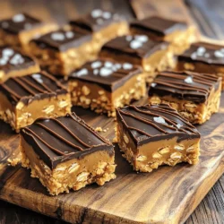 Für die No-Bake Erdnussbutter Riegel brauchst du folgende Zutaten: - 1 Tasse natürliche Erdnussbutter - 1/2 Tasse Honig oder Ahornsirup - 2 Tassen Haferflocken - 1 Tasse Zartbitterschokoladenstückchen - 1/4 Tasse Kokosöl - 1 Teelöffel Vanilleextrakt - Eine Prise Salz - Optional: 1/2 Tasse gehackte Nüsse (z.B. Walnüsse oder Mandeln) Falls du keine Erdnussbutter magst, kannst du Mandelbutter oder Cashewbutter verwenden. Diese Optionen geben den Riegeln einen anderen, aber leckeren Geschmack. Für eine vegane Version ersetze den Honig mit Agavendicksaft oder einem anderen pflanzlichen Sirup. Wenn du keine Zartbitterschokolade hast, kannst du Milchschokolade oder weiße Schokolade nehmen. Achte beim Kauf der Erdnussbutter darauf, dass sie ohne Zusatzstoffe ist. Die besten Produkte enthalten nur Erdnüsse und eventuell etwas Salz. Wähle Haferflocken in Bio-Qualität für mehr Nährstoffe. Bei Schokolade solltest du auf einen hohen Kakaoanteil achten, um den Geschmack zu intensivieren. Wenn du Nüsse hinzufügst, greife zu frischen und ungesalzenen Varianten für den besten Crunch. Zuerst sammeln Sie alle Zutaten für die No-Bake Erdnussbutter Riegel. Sie brauchen: - 1 Tasse natürliche Erdnussbutter - 1/2 Tasse Honig oder Ahornsirup - 2 Tassen Haferflocken - 1 Tasse Zartbitterschokoladenstückchen - 1/4 Tasse Kokosöl - 1 Teelöffel Vanilleextrakt - Eine Prise Salz - Optional: 1/2 Tasse gehackte Nüsse (z.B. Walnüsse oder Mandeln) Stellen Sie sicher, dass Sie auch eine große Rührschüssel und eine 20x20 cm große Backform haben. Legen Sie die Backform mit Backpapier aus. Dies hilft beim Herausnehmen der Riegel später. Beginnen Sie, die Erdnussbutter und den Honig in der Rührschüssel zu vermengen. Rühren Sie gut, bis die Masse glatt ist. Fügen Sie dann Vanilleextrakt und eine Prise Salz hinzu. Diese Zutaten verbessern den Geschmack. Jetzt kommen die Haferflocken dazu. Heben Sie sie langsam unter die Mischung. Wenn Sie Nüsse verwenden, geben Sie diese jetzt hinzu. Achten Sie darauf, alles gut zu vermischen. Verteilen Sie die Mischung gleichmäßig in der Backform. Drücken Sie sie mit einem Spatel fest, damit die Riegel später gut zusammenhalten. Für die Schokolade nehmen Sie einen kleinen Kochtopf. Geben Sie die Zartbitterschokoladenstückchen und das Kokosöl hinein. Stellen Sie die Hitze auf niedrig. Rühren Sie regelmäßig, bis die Mischung glatt ist. Achten Sie darauf, dass die Schokolade nicht anbrennt. Sobald die Schokolade geschmolzen ist, nehmen Sie den Topf vom Herd. Gießen Sie die Schokolade über die gepresste Haferflocken-Mischung in der Backform. Verteilen Sie die Schokolade gleichmäßig mit einem Spatel. Stellen Sie die Form in den Kühlschrank. Lassen Sie die Riegel 2-3 Stunden kaltstellen, bis sie fest sind. Danach können Sie die Riegel leicht herausheben und schneiden. Für das vollständige Rezept schauen Sie sich die Full Recipe an. Ein häufiger Fehler ist, die Riegel nicht fest genug zu drücken. Wenn du die Mischung nicht gut komprimierst, fallen die Riegel auseinander. Achte darauf, die Mischung in der Form fest zu pressen. Ein weiterer Fehler ist, die Schokolade zu heiß zu schmelzen. Schmelze sie immer bei niedriger Hitze, um Klumpen zu vermeiden. Wenn du die Riegel zu früh aus dem Kühlschrank nimmst, sind sie möglicherweise nicht fest genug. Lass sie mindestens zwei Stunden im Kühlschrank. Die Wahl zwischen Honig und Ahornsirup macht einen großen Unterschied. Honig gibt einen süßen, blumigen Geschmack. Ahornsirup hat einen tieferen, karamellartigen Geschmack. Du kannst die Süße nach deinem Geschmack anpassen. Wenn du die Riegel weniger süß magst, reduziere die Menge. Probiere beide Varianten aus, um deinen Favoriten zu finden. Um die Riegel frisch zu halten, lagere sie in einem luftdichten Behälter. Das verhindert, dass sie trocken werden. Du kannst die Riegel auch in den Gefrierschrank legen. So bleiben sie bis zu drei Monate haltbar. Wenn du sie einfrierst, schichte sie mit Backpapier zwischen die Riegel. Das macht das Entnehmen einfacher. Vor dem Essen lass sie ein paar Minuten bei Raumtemperatur stehen. So sind sie wieder weich und lecker. {{image_4}} Du kannst Nüsse oder Trockenfrüchte zu deinen Riegeln hinzufügen. Das macht sie noch leckerer und gesünder. Walnüsse oder Mandeln passen gut zu Erdnussbutter. Auch Trockenfrüchte wie Rosinen oder Cranberries sind eine tolle Wahl. Sie geben einen süßen und fruchtigen Geschmack. Wenn du mehr Crunch möchtest, probiere geröstete Nüsse. Sie bringen mehr Textur und Geschmack in die Riegel. Wenn du auf eine proteinreiche Ernährung achtest, gibt es viele Optionen. Du kannst Proteinpulver in die Mischung geben. So steigerst du den Nährwert der Riegel. Auch Chiasamen oder Leinsamen sind super Ergänzungen. Diese Samen sind reich an Ballaststoffen und Omega-3-Fettsäuren. Sie helfen dir, dich länger satt zu fühlen und sind gut für die Gesundheit. Du kannst auch griechischen Joghurt hinzufügen. So wird die Konsistenz cremiger und die Riegel bleiben weich. Die Schokolade ist ein wichtiger Bestandteil der Riegel. Du kannst verschiedene Schokoladensorten verwenden. Zartbitter ist eine beliebte Wahl, aber auch Vollmilchschokolade schmeckt toll. Wenn du es etwas herber magst, probiere dunkle Schokolade. Für eine süßere Note kannst du weiße Schokolade verwenden. Diese bringt eine andere Geschmacksrichtung in die Riegel. Experimentiere mit verschiedenen Schokoladentypen, um deinen Favoriten zu finden. Die No-Bake Erdnussbutter Riegel sind leicht zu lagern. Ich empfehle, sie in einem luftdichten Behälter im Kühlschrank zu halten. So bleiben sie frisch und lecker. Die Riegel können bis zu einer Woche haltbar sein. Das Kühlregal sorgt dafür, dass die Schokolade fest bleibt. Außerdem hilft es, die Riegel nicht zu kleben. Wenn du die Riegel länger aufbewahren möchtest, friere sie ein. Lege die Riegel in einen gefrierfesten Behälter oder wickele sie einzeln in Frischhaltefolie. Sie können bis zu drei Monate im Gefrierschrank bleiben. Um sie zu essen, lass sie einfach ein paar Minuten bei Raumtemperatur auftauen. Das macht sie wieder weich und lecker. Die Haltbarkeit der Riegel hängt von der Lagerung ab. Im Kühlschrank bleiben sie bis zu einer Woche frisch. Im Gefrierschrank halten sie länger, bis zu drei Monate. Achte darauf, sie gut zu verpacken. So vermeidest du, dass sie Gerüche von anderen Lebensmitteln aufnehmen. Wenn du die Riegel richtig lagerst, kannst du immer einen Snack zur Hand haben. Die Zubereitung der No-Bake Erdnussbutter Riegel dauert nur 15 Minuten. Du mischst einfach alle Zutaten. Danach musst du die Riegel im Kühlschrank fest werden lassen. Dieser Schritt braucht etwa 2-3 Stunden. Insgesamt also ca. 3 Stunden und 15 Minuten, bis du die Riegel genießen kannst. Ja, du kannst No-Bake Erdnussbutter Riegel vegan machen. Verwende dafür Ahornsirup anstelle von Honig. Achte darauf, dass die Schokolade vegan ist. Viele Marken bieten vegane Schokoladenstückchen an. So bleibt das Rezept ganz pflanzlich und lecker! Wenn du keine Erdnussbutter magst oder Allergien hast, gibt es gute Alternativen. Du kannst Mandelbutter, Cashewbutter oder Sonnenblumenbutter verwenden. Diese Optionen geben einen ähnlichen Geschmack und eine gute Konsistenz. Probiere verschiedene Sorten aus, um deinen Favoriten zu finden! Für das vollständige Rezept und detaillierte Anweisungen, schau dir das [Full Recipe] an. Du hast nun alle wichtigen Schritte zu den No-Bake Erdnussbutter Riegeln gesehen. Wir haben die Zutaten, die Zubereitung und wertvolle Tipps dabei behandelt. Denke daran, hochwertige Zutaten zu wählen und deine Riegel gut zu lagern. Variiere die Rezeptur nach deinem Geschmack und beuge häufigen Fehlern vor. Das gibt dir viele Möglichkeiten, leckere und gesunde Snacks zu kreieren. Experimentiere und finde deine Lieblingsversion! So holst du das Beste aus deinen Riegeln heraus und erfreust dich an jedem Bissen.