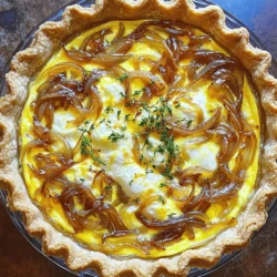Um die perfekte Karamellisierte Zwiebel-Swiss-Quiche zu machen, brauchen Sie einige wichtige Zutaten. Hier ist eine Liste: - 1 fertiger Mürbeteig (oder selbstgemacht, wenn gewünscht) - 3 große Zwiebeln, dünn geschnitten - 2 Esslöffel Olivenöl - 1 Esslöffel Butter - 4 große Eier - 1 Tasse Sahne - 1 Tasse geriebener Schweizer Käse - 1 Teelöffel getrockneter Thymian - Salz und Pfeffer nach Geschmack - Frische Petersilie zum Garnieren (optional) Diese Zutaten sorgen für einen tiefen, reichhaltigen Geschmack. Die Zwiebeln bringen Süße in die Quiche, während der Schweizer Käse eine cremige Textur bietet. Wenn Sie die besten Zutaten auswählen, achten Sie auf die Frische. Wählen Sie Zwiebeln, die fest und ohne Flecken sind. Achten Sie auch darauf, hochwertigen Schweizer Käse zu nehmen. Er sollte gut schmelzen. Frische Eier sind ein Muss für eine leckere Quiche. Bio-Eier haben oft mehr Geschmack. Wenn Sie etwas Abwechslung wollen, probieren Sie diese Alternativen: - Verwenden Sie Gruyère anstelle von Schweizer Käse für mehr Tiefe. - Fügen Sie etwas Spinat oder Pilze hinzu, um mehr Gemüse reinzubringen. - Ersetzen Sie die Sahne durch Milch für eine leichtere Option. Diese Optionen helfen, die Quiche nach Ihrem Geschmack zu verändern. Sie können die Quiche sogar saisonal anpassen, um frische Zutaten zu nutzen. Für das gesamte Rezept schauen Sie sich die [Full Recipe] an. Beginnen Sie mit der Vorbereitung. Heizen Sie Ihren Ofen auf 190°C vor. Wenn Sie einen fertigen Mürbeteig verwenden, legen Sie ihn in die Quicheform. Wenn Sie ihn selbst machen möchten, können Sie ein einfaches Rezept verwenden. Schneiden Sie die Zwiebeln in dünne Ringe. Das hilft, sie gleichmäßig zu karamellisieren. Messen Sie die anderen Zutaten ab und stellen Sie alles bereit. So bleibt die Küche ordentlich und der Kochprozess einfach. Erhitzen Sie das Olivenöl und die Butter in einer großen Pfanne bei mittlerer Hitze. Geben Sie die geschnittenen Zwiebeln in die Pfanne und streuen Sie eine Prise Salz darüber. Das Salz hilft, die Zwiebeln weich zu machen. Kochen Sie die Zwiebeln langsam für 15-20 Minuten. Rühren Sie sie regelmäßig um. Sie sollten goldbraun und süß sein, wenn sie fertig sind. Nehmen Sie die Pfanne vom Herd und lassen Sie die Zwiebeln kurz abkühlen. Dies gibt Ihnen Zeit, die Eier-Sahne-Mischung vorzubereiten. Schlagen Sie die Eier in einer Schüssel auf. Fügen Sie die Sahne, den Thymian, Salz und Pfeffer hinzu. Mischen Sie alles gut mit einem Schneebesen. Verteilen Sie die karamellisierten Zwiebeln gleichmäßig auf dem Mürbeteig. Gießen Sie die Eier-Sahne-Mischung darüber. Bestreuen Sie die Quiche mit geriebenem Schweizer Käse. Backen Sie die Quiche für 30-35 Minuten. Sie ist fertig, wenn die Ränder goldbraun sind und ein Messer sauber herauskommt. Lassen Sie die Quiche 10 Minuten abkühlen, bevor Sie sie in Stücke schneiden. Genießen Sie die Aromen dieser köstlichen Karamellisierten Zwiebel-Swiss-Quiche! Für das komplette Rezept, besuchen Sie die Seite mit der Vollständigen Rezept. Ein häufiger Fehler ist, die Zwiebeln nicht lange genug zu garen. Karamellisieren braucht Zeit. Lass sie bei mittlerer Hitze langsam bräunen. Das bringt den süßen Geschmack hervor. Ein anderer Fehler ist, die Quiche zu früh aus dem Ofen zu nehmen. Warte, bis die Ränder goldbraun sind. Ein Messer sollte sauber herauskommen, wenn du es in die Mitte steckst. So stellst du sicher, dass die Füllung gut durchgegart ist. Um die perfekte Quiche zu backen, ist die Temperatur wichtig. Heize deinen Ofen gut vor. 190°C sind ideal. Wenn du die Quiche in den Ofen schiebst, achte darauf, dass der Mürbeteig nicht zu dünn ist. Ein dickerer Teig hält die Füllung besser. Backe die Quiche etwa 30-35 Minuten. Überprüfe während des Backens die Farbe. Sie sollte goldbraun sein und gut duften. Die Karamellisierte Zwiebel-Swiss-Quiche schmeckt am besten warm. Schneide sie in Stücke und serviere sie auf einem schönen Teller. Garniere sie mit frisch gehackter Petersilie für einen Farbtupfer. Ein einfacher Beilagensalat passt super dazu. Du kannst auch einen leichten grünen Salat mit Vinaigrette dazu reichen. Das bringt Frische und Farbe auf den Tisch. Für die beste Erfahrung, genieße die Quiche mit einem Glas Weißwein. {{image_4}} Eine karamellisierte Zwiebel-Swiss-Quiche ist von Natur aus vegetarisch. Sie können jedoch mehr Gemüse hinzufügen. Zucchini, Spinat oder Paprika passen gut. Diese Gemüsesorten bringen Farbe und Nährstoffe in die Quiche. Schneiden Sie das Gemüse klein und sautieren Sie es kurz, bevor Sie es in die Quiche geben. Dies sorgt für einen tollen Geschmack und eine angenehme Textur. Swiss Käse ist lecker, aber Sie können auch andere Käse verwenden. Gruyère oder Cheddar bringen neue Geschmäcker. Fügen Sie frische Kräuter wie Basilikum oder Oregano hinzu, um die Aromen zu verstärken. Senf oder eine Prise Muskatnuss verleihen der Quiche einen besonderen Kick. Probieren Sie verschiedene Käse-Kombinationen aus, um Ihre perfekte Mischung zu finden. Die Quiche lässt sich leicht an die Saison anpassen. Im Frühling sind Spargel und Erbsen frisch und lecker. Im Sommer können Sie Tomaten und Zucchini nutzen. Im Herbst sind Kürbis und Pilze ideal. Im Winter können Sie Grünkohl oder Rosenkohl verwenden. Diese saisonalen Zutaten bringen Vielfalt und neue Geschmäcker. So bleibt die Quiche spannend und lecker. Wenn Sie mehr über die Zubereitung erfahren wollen, schauen Sie sich das Full Recipe an. Die Lagerung der Karamellisierten Zwiebel-Swiss-Quiche ist wichtig. Sie bleibt am besten frisch, wenn Sie sie richtig aufbewahren. Lassen Sie die Quiche nach dem Backen vollständig abkühlen. Wickeln Sie sie dann in Frischhaltefolie oder geben Sie sie in einen luftdichten Behälter. So bleibt die Quiche saftig und lecker. Bewahren Sie sie im Kühlschrank auf. So bleibt sie bis zu drei Tage frisch. Beim Aufwärmen gibt es ein paar einfache Schritte. Heizen Sie den Ofen auf 175°C (350°F) vor. Legen Sie die Quiche auf ein Backblech. Decken Sie sie leicht mit Folie ab, um ein Austrocknen zu verhindern. Backen Sie die Quiche für etwa 15-20 Minuten, bis sie warm ist. Alternativ können Sie auch die Mikrowelle nutzen. Schneiden Sie die Quiche in Stücke und wärmen Sie diese 1-2 Minuten lang. Um die Haltbarkeit zu verlängern, können Sie die Quiche auch einfrieren. Schneiden Sie die Quiche in Portionen. Wickeln Sie jede Portion in Frischhaltefolie, dann in Alufolie. So schützt die Folie vor Frost. Sie können die Quiche bis zu drei Monate im Gefrierschrank aufbewahren. Zum Auftauen legen Sie die gefrorenen Stücke einfach über Nacht in den Kühlschrank. Danach können Sie die Quiche wie gewohnt aufwärmen. Für das vollständige Rezept besuchen Sie den Abschnitt über die Zubereitung. Um eine glutenfreie Quiche zu machen, verwenden Sie glutenfreien Mürbeteig. Viele Marken bieten fertige Teige an. Sie können auch selbst einen Teig aus glutenfreien Mehlen wie Mandel- oder Reismehl herstellen. Achten Sie darauf, dass alle anderen Zutaten, wie Käse und Gewürze, ebenfalls glutenfrei sind. Ja, Sie können die Quiche im Voraus machen. Bereiten Sie sie bis zum Backen vor und kühlen Sie sie im Kühlschrank. Backen Sie sie dann, wenn Sie bereit sind, sie zu servieren. Sie können die Quiche auch nach dem Backen abkühlen lassen und dann im Kühlschrank lagern. Erwärmen Sie sie einfach im Ofen oder in der Mikrowelle. Die Karamellisierte Zwiebel-Swiss-Quiche ist im Kühlschrank etwa 3 bis 4 Tage haltbar. Stellen Sie sicher, dass Sie sie in einem luftdichten Behälter aufbewahren. Wenn Sie die Quiche länger aufbewahren möchten, können Sie sie auch einfrieren. Sie bleibt bis zu 2 Monate frisch im Gefrierfach. Die karamellisierte Zwiebel-Swiss-Quiche ist lecker und einfach zuzubereiten. Wir haben die besten Zutaten und Tipps für die Zubereitung besprochen. Auch alternative Zutaten wurden erwähnt, um Vielfalt zu bieten. Die Schritt-für-Schritt-Anleitung hilft Ihnen, Fehler zu vermeiden und die perfekte Quiche zu backen. Denken Sie an die Tipps zur Lagerung, um die Frische zu bewahren. Abschließend, probieren Sie die Variationen, um Ihre Quiche ganz nach Ihrem Geschmack zu gestalten. So genießen Sie sie noch mehr.