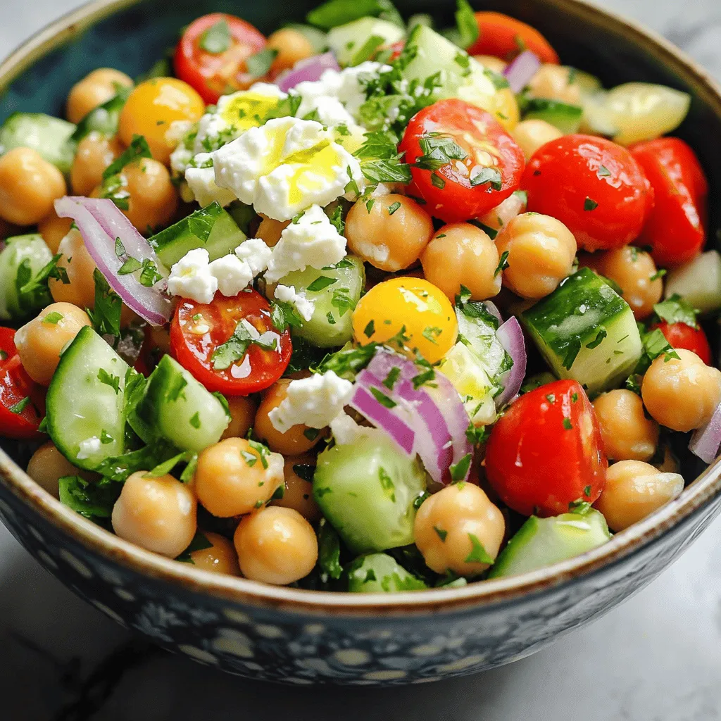 - 1 Dose (425 g) Kichererbsen, abgetropft und abgespült - 1 Tasse Kirschtomaten, halbiert - 1 Salatgurke, gewürfelt Die Kichererbsen sind die Basis dieses Salates. Sie sind reich an Protein und Ballaststoffen. Kirschtomaten bringen eine süße Note und viel Farbe. Salatgurken geben Frische und Knackigkeit. Zusammen ergeben sie eine tolle Kombination. - 1/4 Tasse frische Petersilie, gehackt - 1/4 Tasse frische Minze, gehackt - 2 Esslöffel frischer Zitronensaft - 1 Teelöffel Zitronenschale - 1 Teelöffel Knoblauchpulver - Salz und Pfeffer nach Geschmack Petersilie und Minze sorgen für ein frisches Aroma. Der Zitronensaft und die Zitronenschale bringen eine spritzige Säure. Knoblauchpulver rundet den Geschmack ab. Salz und Pfeffer sind wichtig für das richtige Würzen. - 1/4 Tasse Fetakäse, zerbröckelt (optional) - 3 Esslöffel Olivenöl Fetakäse fügt eine cremige Textur hinzu und verbessert den Geschmack. Olivenöl bringt gesunde Fette in den Salat. Beide Zutaten sind optional, aber sehr empfehlenswert. Wenn du mehr über die Zubereitung erfahren möchtest, schaue dir das [Full Recipe] an. Zuerst spülen Sie die Kichererbsen gründlich ab. Lassen Sie sie dann gut abtropfen. Dies hilft, den Salat frisch zu halten. Schneiden Sie nun das Gemüse. Halbieren Sie die Kirschtomaten und würfeln Sie die Salatgurke. Hacken Sie die rote Zwiebel fein. Diese Schritte sind einfach und machen den Salat bunt und lecker. Jetzt vermengen Sie alle Zutaten in einer großen Schüssel. Fügen Sie die Kichererbsen, Kirschtomaten, Gurke und Zwiebel hinzu. Dann kommen die frische Petersilie und Minze dazu. Mischen Sie alles gut. In einer kleinen Schüssel bereiten Sie das Dressing vor. Vermengen Sie Olivenöl, Zitronensaft, Zitronenschale, Knoblauchpulver, Salz und Pfeffer. Rühren Sie, bis alles gut kombiniert ist. Gießen Sie das Dressing über den Salat. Mischen Sie alles vorsichtig, damit der Salat gleichmäßig bedeckt ist. Wenn Sie Fetakäse verwenden, streuen Sie ihn jetzt darüber und vermengen Sie ihn sanft. Lassen Sie den Salat mindestens 15 Minuten stehen. So können sich die Aromen entfalten und verbinden. Servieren Sie ihn kühl oder bei Zimmertemperatur. Er ist perfekt als leichtes Mittagessen oder Beilage. Sie können den Salat in einer großen Schüssel anrichten. Garnieren Sie ihn mit einem Zweig frischer Minze. Das sieht gut aus und macht Freude! Für die vollständige Zubereitung schauen Sie in das Rezept „Full Recipe“. Um die richtige Dressing-Menge zu wählen, fangen Sie mit etwa drei Esslöffeln Olivenöl an. Fügen Sie dann nach und nach mehr hinzu, bis der Salat gut bedeckt ist. Sehen Sie zu, dass das Dressing nicht zu viel wird. Zu viel Flüssigkeit macht den Salat matschig. Ein guter Tipp ist, den Salat nach dem Dressing kurz stehen zu lassen. So können die Aromen besser ziehen und die Konsistenz bleibt frisch. Ein einfacher Trick, um die Aromen zu intensivieren, ist, die Vorbereitungszeit zu verlängern. Lassen Sie den Salat nach dem Mischen mindestens 15 Minuten ruhen. Dadurch verbinden sich die Geschmäcker gut. Sie können auch die Zutaten anpassen. Fügen Sie mehr frische Kräuter hinzu, wenn Sie es kräftiger mögen. Ein Spritzer mehr Zitronensaft kann ebenfalls helfen, den Geschmack zu intensivieren. Die Zutaten in diesem Salat sind nährstoffreich. Kichererbsen sind voll von Protein und Ballaststoffen. Tomaten bringen Antioxidantien mit, während Gurken für Frische sorgen. Diese Zutaten sind kalorienbewusst und sättigen gut. So genießen Sie einen leckeren Salat, der auch gut für Ihre Gesundheit ist. Ein großer Vorteil ist, dass der Salat einfach zu machen und perfekt für jede Mahlzeit ist. Für das gesamte Rezept können Sie [Full Recipe] anschauen. {{image_4}} Wenn du den Fetakäse weglassen willst, gibt es tolle Alternativen. Du kannst zum Beispiel Avocado verwenden. Sie gibt dem Salat eine cremige Textur. Außerdem kannst du Nüsse oder Samen hinzufügen. Diese geben dem Gericht einen knackigen Biss und mehr Protein. Zusätzliche Proteine sind eine gute Idee. Kichererbsen sind schon reich an Eiweiß. Du kannst auch Quinoa oder Tofu hinzufügen. Diese Optionen machen den Salat noch sättigender und nahrhafter. Frisches Gemüse macht deinen Salat besonders lecker. Wähle Gemüse je nach Saison. Im Sommer sind Paprika und Zucchini großartig. Im Frühling kannst du Spargel oder Erbsen verwenden. Diese Zutaten bringen frische Aromen. Zitrusfrüchte geben dem Salat einen neuen Geschmack. Du kannst Limetten oder Orangen statt Zitronen verwenden. Das sorgt für eine spannende Note und neue Geschmackserlebnisse. Das Dressing ist der Schlüssel zu einem guten Salat. Du kannst verschiedene Dressings ausprobieren. Ein Balsamico-Dressing gibt dem Salat eine süße Note. Apfelessig sorgt für eine fruchtige Frische. Wenn du neue Geschmäcker suchst, mische verschiedene Öle. Ein Nussöl kann dem Salat einen besonderen Kick geben. So wird dein Lemon Herb Chickpea Salad immer wieder neu und spannend. Für die genauen Zutaten und Zubereitung, sieh dir das [Full Recipe] an. Um den Salat frisch zu halten, bewahre ihn in einem luftdichten Behälter auf. Stelle sicher, dass der Behälter gut verschlossen ist. So bleibt der Salat knackig und die Aromen bleiben erhalten. Im Kühlschrank hält sich der Salat bis zu drei Tage. Nach dieser Zeit können die Zutaten schlaff werden. Du kannst die Zutaten im Voraus vorbereiten. Lagere die Kichererbsen, das Gemüse und die Kräuter getrennt. So bleiben sie frisch. Bewahre auch das Dressing in einem eigenen Behälter auf. Mische den Salat erst kurz vor dem Servieren. So bleiben die Aromen frisch und knackig. Wenn du Reste hast, sei kreativ! Verwende den Salat als Füllung für Wraps. Mache eine Kichererbsen-Suppe oder fülle die Reste in eine Quiche. Du kannst auch die Zutaten in ein Omelett geben. Diese Ideen helfen, Lebensmittelverschwendung zu vermeiden und sorgen für Abwechslung in deiner Küche. Der Lemon Herb Chickpea Salad kann bis zu drei Tage im Kühlschrank bleiben. Achte darauf, ihn in einem luftdichten Behälter zu lagern. So bleibt er frisch und lecker. Nach ein paar Tagen kann der Salat etwas weicher werden. Das liegt daran, dass die Kichererbsen und das Gemüse Wasser abgeben. Ja, du kannst den Salat im Voraus zubereiten. Das spart Zeit, besonders an hektischen Tagen. Bereite die Zutaten vor und bewahre sie getrennt auf. Mische das Dressing erst kurz vor dem Servieren. So bleibt der Salat frisch und knackig. Du kannst alle Zutaten bis zu zwei Tage im Voraus schneiden und lagern. Dieser Salat ist sehr vielseitig. Du kannst ihn als Beilage zu gegrilltem Hähnchen oder Fisch servieren. Er passt auch gut zu Falafel oder Wraps. Probiere ihn mit Couscous oder Quinoa für ein herzhaftes Gericht. Der frische Geschmack des Salats ergänzt viele Hauptgerichte. Ja, der Lemon Herb Chickpea Salad ist glutenfrei. Alle Zutaten sind natürlich glutenfrei. Achte jedoch darauf, dass alle verarbeiteten Zutaten, wie z.B. Fetakäse, auch glutenfrei sind. Wenn du auf Gluten achtest, kannst du sicher sein, dass dieses Rezept für dich geeignet ist. In diesem Artikel haben wir die Zutaten und die Zubereitung des Lemon Herb Chickpea Salats besprochen. Wir haben über die Hauptzutaten, aromatische Kräuter und optionale Zutaten gelernt. Tipps zur perfekten Konsistenz und Aromen wurden ebenfalls gegeben. Denk daran, den Salat frisch zu genießen und verschiedene Variationen auszuprobieren. Damit kannst du ihn an deinen Geschmack anpassen. Du hast die Tools, um einen leckeren und gesunden Salat zuzubereiten. Viel Spaß beim Ausprobieren!