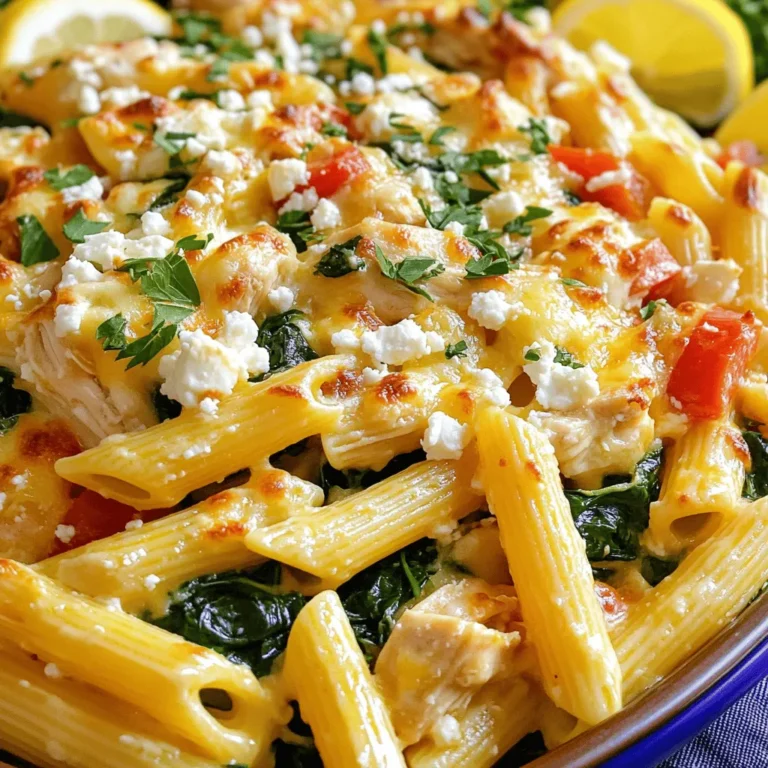 Für den Griechischen Hühnchen Pasta Auflauf benötigen Sie: - 2 Tassen Pasta (Penne oder Fusilli) - 450 g Hähnchenbrustfilets, gewürfelt und ohne Haut - 3 Knoblauchzehen, fein gehackt - 1 mittlerer Zwiebel, gewürfelt - 1 rote Paprika, gewürfelt - 1 Tasse Kirschtomaten, halbiert - 1 Tasse Spinat, grob gehackt Die Pasta bildet die Basis für das Gericht. Penne oder Fusilli halten die Sauce gut. Hähnchenbrust bringt viel Protein und Geschmack. Das Gemüse fügt Frische und Farbe hinzu. Knoblauch und Zwiebel sorgen für ein tolles Aroma. Paprika und Kirschtomaten bringen Süße, während Spinat eine gesunde Note hinzufügt. Sie brauchen auch: - 1 Esslöffel Olivenöl - 1 Teelöffel getrockneter Oregano - 1 Teelöffel getrocknetes Basilikum - Salz und Pfeffer nach Geschmack Olivenöl ist ideal zum Braten des Hähnchens. Oregano und Basilikum bringen griechische Aromen ins Gericht. Salz und Pfeffer verstärken den Geschmack. Zum Schluss benötigen Sie: - 1 Tasse Feta-Käse, zerbröselt - 1 Tasse geriebener Mozzarella-Käse Feta-Käse gibt dem Gericht eine salzige, cremige Note. Mozzarella sorgt für eine schöne, goldene Kruste. Diese Käsesorten ergänzen sich perfekt und machen den Auflauf unwiderstehlich. Für das komplette Rezept, schauen Sie sich den Full Recipe an. Um zu starten, koche zuerst die Pasta. Nutze Penne oder Fusilli. Setze einen großen Topf mit gesalzenem Wasser auf. Bringe das Wasser zum Kochen. Koche die Pasta gemäß der Packungsanweisung, bis sie al dente ist. Danach gieße sie ab und stelle sie beiseite. Nun bereite das Hähnchen und das Gemüse vor. Schneide die Hähnchenbrust in kleine Würfel. Würfle auch die Zwiebel und die rote Paprika. Hacke den Knoblauch fein. Halbiere die Kirschtomaten. Hacke den Spinat grob. Diese Schritte sind wichtig für den Geschmack. Erhitze eine große Pfanne bei mittlerer Hitze. Gib einen Esslöffel Olivenöl in die Pfanne. Füge die gewürfelte Hähnchenbrust hinzu. Würze sie mit Salz, Pfeffer, Oregano und Basilikum. Brate das Hähnchen, bis es goldbraun ist. Das dauert etwa 5 bis 7 Minuten. Jetzt füge den gehackten Knoblauch, die Zwiebel und die rote Paprika hinzu. Brate alles für 3 bis 4 Minuten an. Das Gemüse sollte weich werden. Danach gib die Kirschtomaten und den Spinat in die Pfanne. Koche weiter, bis der Spinat verwelkt. Nimm die Pfanne vom Herd. In einer großen Schüssel mische die gekochte Pasta, die Hähnchen-Gemüse-Mischung und den Zitronensaft. Streue die Hälfte des Feta- und Mozzarella-Käses darüber. Mische alles vorsichtig. Gib die Mischung in eine gefettete Auflaufform. Verteile sie gleichmäßig. Bestreue die Oberseite mit dem restlichen Feta und Mozzarella. Heize den Ofen auf 190°C vor. Backe den Auflauf für 20 bis 25 Minuten. Der Käse sollte sprudelnd und goldbraun sein. Das ist der Moment, auf den wir gewartet haben. Für die vollständige Anleitung schau dir das Full Recipe an. Um den Geschmack zu verbessern, füge etwas Zitronensaft hinzu. Der Zitronensaft bringt frische Noten ins Gericht. Frische Kräuter wie Basilikum oder Petersilie geben mehr Aroma. Du kannst auch etwas Thymian verwenden. Diese Zutaten machen das Gericht lebendiger und schmackhafter. Für den Käse gibt es viele Möglichkeiten. Feta-Käse passt gut, weil er salzig und cremig ist. Du kannst auch Mozzarella verwenden, der schön schmilzt. Wenn du vegan sein möchtest, probiere pflanzliche Käsesorten. Es gibt viele Marken, die guten Geschmack bieten. Misch verschiedene Käsesorten, um spannende Aromen zu erhalten. Den Auflauf kannst du mit frischen Kräutern garnieren. Petersilie oder Basilikum sehen toll aus und schmecken gut. Serviere Zitronenspalten dazu. Diese geben einen erfrischenden Spritzer Zitrusgeschmack. Dazu passen auch ein grüner Salat oder knuspriges Brot. Diese Beilagen ergänzen das Gericht perfekt. Für das komplette Rezept, schau dir die vollständige Anleitung im [Full Recipe] an. {{image_4}} Für einen noch besseren Geschmack können Sie mehr Gemüse hinzufügen. Artischocken und Oliven passen gut dazu. Diese Zutaten bringen noch mehr mediterrane Aromen. Wenn Sie nach Abwechslung suchen, probieren Sie auch andere Fleischsorten. Lamm oder Pute sind tolle Alternativen zum Hähnchen. Sie geben dem Auflauf einen neuen Twist. Wenn Sie kein Hähnchen möchten, ist das auch kein Problem. Sie können den Auflauf ganz ohne Fleisch zubereiten. Verwenden Sie stattdessen mehr Gemüse. Zucchini, Auberginen oder Brokkoli eignen sich gut. Zudem können Sie Hülsenfrüchte wie Kichererbsen oder Linsen hinzufügen. Diese sind eine gute Eiweißquelle und machen das Gericht herzhaft. Für eine glutenfreie Option wählen Sie spezielle glutenfreie Pasta. Es gibt viele gute Alternativen, die lecker schmecken. Achten Sie auch auf andere Zutaten. Überprüfen Sie, ob sie glutenfrei sind. So stellen Sie sicher, dass das Gericht für alle geeignet ist. Nach dem Kochen bewahre ich den Auflauf im Kühlschrank auf. Nutze einen luftdichten Behälter. So bleibt er frisch. Lasse den Auflauf nach dem Backen abkühlen, bevor du ihn lagerst. So vermeidest du Kondenswasser. Ich empfehle, den Auflauf innerhalb von drei Tagen zu essen. Um den Auflauf wieder aufzuwärmen, benutze den Ofen oder die Mikrowelle. Im Ofen erwärmst du ihn bei 180°C für etwa 15-20 Minuten. Achte darauf, ihn mit Folie abzudecken, damit er nicht austrocknet. In der Mikrowelle kannst du ihn in 2-3 Minuten erhitzen. Rühre zwischendurch um, um eine gleichmäßige Erwärmung zu erzielen. Um die Textur zu verbessern, füge einen Spritzer Olivenöl hinzu, bevor du ihn aufwärmst. Das macht den Auflauf saftiger und leckerer. Der Auflauf bleibt im Kühlschrank etwa drei bis vier Tage frisch. Wenn du ihn länger aufbewahren möchtest, friere ihn ein. In einem geeigneten Behälter hält er sich bis zu drei Monate. Achte darauf, den Auflauf gut zu verpacken, um Gefrierbrand zu vermeiden. Vor dem Einfrieren lasse ihn vollständig abkühlen. Wenn du bereit bist, ihn zu essen, tau ihn im Kühlschrank auf, bevor du ihn wieder erhitzt. So bleibt der Geschmack und die Textur besser erhalten. Du kannst die besten Ergebnisse erzielen, wenn du den Auflauf frisch zubereitest, aber die Lagerung macht es einfach, Reste zu genießen. Die Zubereitung des Griechischen Hühnchen-Pasta-Auflaufs dauert etwa 55 Minuten. - Vorbereitungszeit: 15 Minuten - Kochzeit: 40 Minuten In diesen 55 Minuten bereitest du alle Zutaten vor und backst den Auflauf. Die Pasta kochst du zuerst und bereitest dann das Hähnchen und Gemüse. Das Backen im Ofen gibt dem Gericht eine schöne goldbraune Kruste. Ja, du kannst den Auflauf im Voraus zubereiten! - Tipps zur Vorbereitung: Du kannst ihn bis zu 24 Stunden vor dem Backen vorbereiten. - Einlagerung: Decke die Auflaufform mit Folie ab und stelle sie in den Kühlschrank. Wenn du bereit bist zu essen, nimm den Auflauf aus dem Kühlschrank. Lasse ihn etwa 30 Minuten bei Raumtemperatur stehen, bevor du ihn backst. So wird er gleichmäßig warm. Für diesen Auflauf empfehle ich Penne oder Fusilli. - Penne: Diese Form hält die Sauce gut fest. - Fusilli: Die Spiralen nehmen viel Geschmack auf. Beide Pastaarten passen perfekt zu den anderen Zutaten. Sie sorgen dafür, dass jeder Bissen köstlich wird. Wenn du eine glutenfreie Option suchst, gibt es auch glutenfreie Pasta, die gut funktioniert. Der Griechische Hühnchen-Pasta-Auflauf vereint einfache Zutaten, leckere Gewürze und verschiedene Käsesorten. Diese Schritt-für-Schritt-Anleitung zeigt, wie du das Gericht zubereitest und variierst. Denke daran, mit frischen Kräutern oder Zitronensaft den Geschmack abzurunden. Du kannst das Rezept auch anpassen, um es vegan oder glutenfrei zu machen. Bewahre den Auflauf richtig auf, um die Frische zu erhalten. Dieser Auflauf macht nicht nur satt, sondern schmeckt auch toll und ist leicht zuzubereiten. Viel Spaß beim Ausprobieren!