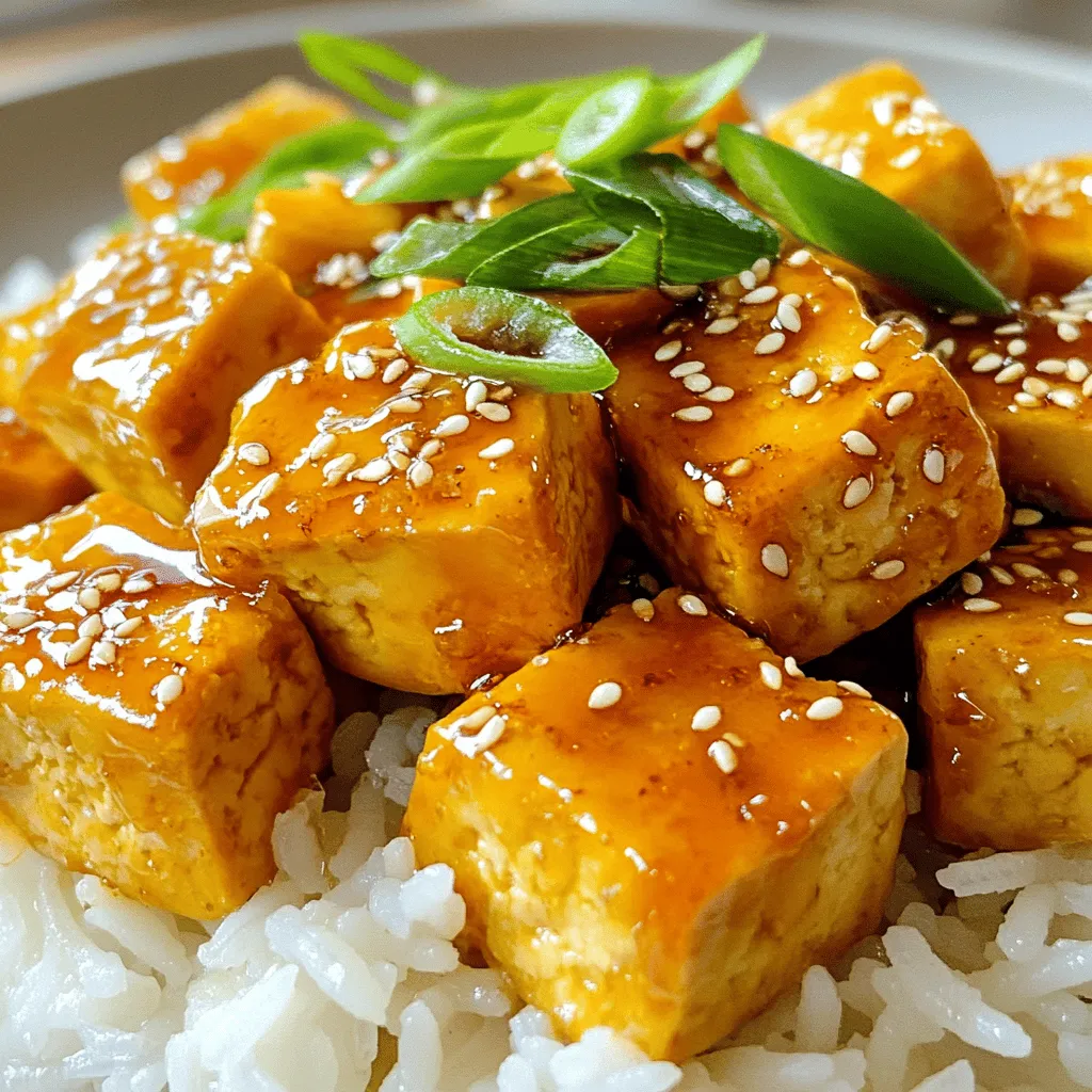 - Tofu und dessen Vorbereitung Tofu ist die Basis dieses Gerichts. Verwende 400 g festen Tofu. Drücke den Tofu zuerst, um Wasser zu entfernen. Das macht ihn fester und hilft beim Braten. Schneide den Tofu danach in gleichmäßige Würfel. So werden sie gleichmäßig knusprig. - Marinade-Zutaten: - 3 Esslöffel Honig - 2 Esslöffel Sojasoße (oder Tamari für glutenfrei) - 3 Knoblauchzehen, fein gehackt - 1 Esslöffel frischer Ingwer, gerieben - 1 Esslöffel Sesamöl Diese Zutaten geben dem Tofu seinen tollen Geschmack. Mische den Honig mit der Sojasoße. Füge den Knoblauch, Ingwer und Sesamöl hinzu. Diese Marinade sorgt für ein süßes und herzhaftes Aroma. - Garnituren: - 2 Esslöffel Sesamsamen - 3 Frühlingszwiebeln, in Scheiben geschnitten Die Sesamsamen geben einen nussigen Crunch. Die Frühlingszwiebeln fügen frische Aromen hinzu und machen das Gericht bunt. Für die gesamte Zubereitung und weitere Details, schaue dir das [Full Recipe] an. Um den Tofu richtig vorzubereiten, beginne mit dem Pressen. Dies entfernt die überschüssige Feuchtigkeit. Lass den Tofu mindestens 30 Minuten unter Druck stehen. Danach würfelst du ihn in gleichmäßige Stücke. So wird er beim Braten knuspriger. Jetzt mixe die Marinade. In einer Schüssel mischst du 3 Esslöffel Honig, 2 Esslöffel Sojasoße, 3 fein gehackte Knoblauchzehen, 1 Esslöffel geriebenen Ingwer und 1 Esslöffel Sesamöl. Wenn du es schärfer magst, füge rote Pfefferflocken hinzu. Gib die gewürfelten Tofu-Stücke in eine flache Schüssel. Gieße die Marinade darüber. Lasse den Tofu mindestens 20 Minuten marinieren. Wende ihn zwischendurch, damit er gleichmäßig bedeckt ist. Nach dem Marinieren wälze den Tofu in 2 Esslöffeln Maisstärke. Diese Schicht macht den Tofu schön knusprig beim Braten. Erhitze 2 Esslöffel Pflanzenöl in einer Pfanne bei mittlerer bis hoher Hitze. Füge die Tofu-Stücke in einer einzigen Schicht hinzu. Brate sie 3-4 Minuten auf jeder Seite, bis sie goldbraun sind. Arbeite in Chargen, wenn nötig, um die Pfanne nicht zu überfüllen. Sobald der Tofu knusprig ist, streue die Sesamsamen darüber. Schwenke den Tofu, damit die Samen leicht rösten. Nimm den Tofu vom Herd. Serviere ihn über gekochtem Jasminreis. Gieße die restliche Marinade darüber für mehr Geschmack. Garnieren kannst du mit geschnittenen Frühlingszwiebeln. Dies fügt einen frischen Crunch hinzu. Du kannst auch Gemüse als Beilage servieren. Für die vollständige Zubereitung sieh dir das [Full Recipe](#) an. Um den Tofu richtig vorzubereiten, musst du ihn pressen. Das entfernt die Feuchtigkeit. So wird der Tofu fester und nimmt die Marinade besser auf. Drücke ihn mindestens 30 Minuten lang. Lege ihn zwischen zwei Teller und beschwere ihn mit etwas Schwerem. Für knusprigen Tofu ist Maisstärke wichtig. Wälze die marinierten Tofu-Stücke in der Stärke. Diese Schicht sorgt für eine knusprige Kruste beim Braten. Brate den Tofu in einer heißen Pfanne. So wird die Außenseite goldbraun und knusprig. Die Marinade ist der Schlüssel zu viel Geschmack. Du kannst die Würze anpassen, indem du verschiedene Sojasoßen verwendest. Tamari ist eine gute glutenfreie Option. Für mehr Schärfe füge rote Pfefferflocken hinzu. Mische sie in die Marinade, um den Kick zu verstärken. Wenn du keinen Honig verwenden möchtest, probiere Agavendicksaft oder Ahornsirup. Diese Alternativen verleihen dem Gericht Süße. Experimentiere mit den Zutaten, um deinen eigenen Geschmack zu finden. Für eine salzigere Note kannst du mehr Sojasoße hinzufügen oder eine Prise Salz verwenden. Für die vollständige Anleitung und weitere Tipps schaue dir das [Full Recipe] an. {{image_4}} Um dein Gericht bunter zu machen, füge Gemüse hinzu. Gemüsebeilagen bringen mehr Farbe und Nährstoffe auf den Tisch. Du kannst Brokkoli, Paprika oder Karotten verwenden. Diese Gemüse harmonieren gut mit dem süßen Tofu. Einfach das Gemüse in der Pfanne anbraten, bevor du den Tofu hinzufügst. So wird alles schön knusprig und lecker. Eine asiatische Gemüsemischung ist eine tolle Option. Suche nach gefrorenen Mischungen oder stelle deine eigene zusammen. Erbsen, Zuckerschoten und Pilze passen perfekt. Diese Kombination sorgt für eine ausgewogene Mahlzeit. Wenn du vegan bist, gibt es Alternativen für Honig und Sojasoße. Nutze Ahornsirup oder Agavendicksaft anstelle von Honig. Für die Sojasoße kannst du Tamari verwenden, wenn du glutenfrei isst. Beide ersetzen die Süße und den Geschmack gut. Andere pflanzliche Proteinquellen sind ebenfalls möglich. Probiere Seitan oder Kichererbsen anstelle von Tofu. Diese Optionen bringen neuen Geschmack und Textur in dein Gericht. Sie sind nahrhaft und fügen Abwechslung hinzu. Für das vollständige Rezept schau dir die [Full Recipe] an. Um Reste von Honig Knoblauch Sesam Tofu richtig zu lagern, packe sie in einen luftdichten Behälter. Stelle sicher, dass der Tofu gut abgedeckt ist. Lager ihn im Kühlschrank. So bleibt der Tofu frisch. Reste sind meist bis zu drei Tage haltbar. Wenn du den Tofu länger aufbewahren möchtest, friere ihn ein. Das kann die Textur verändern, aber er bleibt sicher. Um die Reste wieder zu erwärmen, nutze eine Pfanne oder die Mikrowelle. In der Pfanne kannst du etwas Öl erhitzen. Füge dann den Tofu hinzu und brate ihn kurz an. Dies hilft, die Knusprigkeit zu erhalten. In der Mikrowelle kannst du den Tofu in einem mikrowellengeeigneten Behälter erhitzen. Achte darauf, die Hitze niedrig zu halten, damit er nicht gummiartig wird. Um Zähigkeit zu vermeiden, füge ein wenig Wasser oder Brühe hinzu, wenn du ihn in der Mikrowelle erhitzt. Das hält den Tofu saftig. So schmeckt er fast wie frisch zubereitet. Die Zubereitung von Honig Knoblauch Sesam Tofu dauert insgesamt etwa 1 Stunde. Dies umfasst 30 Minuten Vorbereitung und 30 Minuten Kochzeit. Du musst zuerst den Tofu pressen, dann marinieren und schließlich braten. Die Vorbereitungszeit ist wichtig, damit der Tofu die Aromen gut aufnimmt. Tofu ist eine großartige Proteinquelle. Es enthält alle neun wichtigen Aminosäuren. Tofu hat auch viele Nährstoffe, darunter Eisen und Kalzium. Es ist fettarm und cholesterinfrei. Der Verzehr von Tofu kann das Risiko von Herzerkrankungen senken. Außerdem unterstützt es den Muskelaufbau und ist gut für die Knochengesundheit. Ja, du kannst diesen Tofu auch grillen! Um das zu tun, mariniere den Tofu wie im Rezept beschrieben. Dann schneide ihn in dickere Scheiben, damit er beim Grillen nicht zerfällt. Stelle sicher, dass dein Grill gut vorgeheizt ist. Lege die Tofu-Stücke auf den Grill und koche sie 4-5 Minuten pro Seite. So erhältst du ein schönes Grillmuster und einen rauchigen Geschmack. Honig Knoblauch Sesam Tofu ist einfach zuzubereiten und sehr lecker. Wir haben die Hauptzutaten, Tipps zur Zubereitung und Variationen behandelt. Zuerst drückst du den Tofu und bereitest die Marinade vor. Dann marinierst du den Tofu und brätst ihn knusprig. Vergiss nicht, frisches Gemüse für mehr Geschmack hinzuzufügen! Mit diesen Tricks machst du ein tolles Gericht für dich und deine Freunde. Viel Spaß beim Kochen und Genießen!