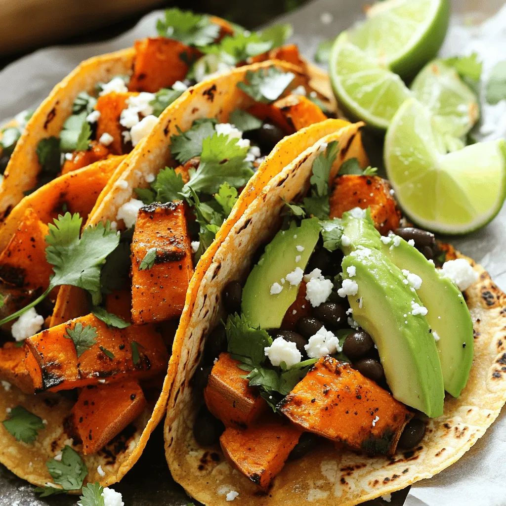 - 2 mittelgroße Süßkartoffeln, geschält und gewürfelt - 8 Tortillas aus Mais - 1 Tasse schwarze Bohnen, gut abgespült und abgetropft Die Süßkartoffeln sind das Herzstück dieser Tacos. Sie bringen eine süße Note und eine tolle Textur. Tortillas aus Mais bilden die perfekte Basis. Sie sind weich und schmackhaft. Die schwarzen Bohnen fügen Protein und Ballaststoffe hinzu. Sie runden den Geschmack ab. - 2 Esslöffel Olivenöl - 1 Esslöffel Chipotle in Adobo-Sauce, fein gehackt - 1 Teelöffel Kreuzkümmel - 1 Teelöffel geräuchertes Paprikapulver - Salz und Pfeffer nach Geschmack Olivenöl sorgt für eine schöne Bräunung der Süßkartoffeln. Der Chipotle in Adobo bringt eine würzige Note. Kreuzkümmel und geräuchertes Paprikapulver verstärken die Aromen. Salz und Pfeffer sind wichtig für den Geschmack. Diese Gewürze machen die Tacos besonders lecker. - 1 Avocado, in Scheiben geschnitten - 1/4 Tasse frischer Koriander, gehackt - 1 Limette, in Spalten geschnitten - Optional: Zerbröckelter Feta-Käse oder vegane Käsealternative zur Garnitur Die Avocado bringt Cremigkeit und Frische. Koriander fügt einen Kräutergeschmack hinzu. Limettensaft bringt eine spritzige Note. Zerbröckelter Feta oder veganer Käse gibt den Tacos einen tollen Extra-Kick. Diese frischen Zutaten machen die Tacos noch besser. Für das vollständige Rezept, siehe [Full Recipe]. Heize den Ofen auf 220°C vor. Das ist wichtig für die Röstaromen. Stelle alle Zutaten bereit, damit du schnell arbeiten kannst. Würfle die Süßkartoffeln in gleich große Stücke. Das sorgt für eine gleichmäßige Garzeit. In einer großen Schüssel vermenge die gewürfelten Süßkartoffeln mit Olivenöl, Chipotle, Kreuzkümmel, Paprikapulver, Salz und Pfeffer. Mische alles gut, damit jede Süßkartoffel mariniert ist. Bereite ein Backblech vor, indem du es leicht einfettest. Verteile die marinierten Süßkartoffeln gleichmäßig auf dem Blech. Röste sie im Ofen für 25 bis 30 Minuten. Wende die Süßkartoffeln nach 15 Minuten. So bräunen sie besser und werden zart. Erhitze die Maistortillas in einer Pfanne. Mach das bei mittlerer Hitze für 30 Sekunden auf jeder Seite. So werden sie warm und geschmeidig. Nimm die gerösteten Süßkartoffeln aus dem Ofen und lass sie kurz abkühlen. Zum Zusammenstellen der Tacos lege eine großzügige Menge Süßkartoffeln in die Mitte jeder Tortilla. Füge schwarze Bohnen, Avocadoscheiben und frischen Koriander hinzu. Presse frischen Limettensaft darüber. Die Tacos sind jetzt bereit zum Genießen! Probiere auch die optionalen Feta-Käse oder vegane Käsealternative dazu. Für das komplette Rezept schau dir die [Full Recipe] an. - Wählen Sie 220°C für das Rösten. Diese Temperatur sorgt für knusprige Süßkartoffeln. - Schneiden Sie die Süßkartoffeln gleichmäßig. So garen sie gleichmäßig und schnell. - Passen Sie den Schärfegrad an Ihren Geschmack an. Fügen Sie mehr Chipotle hinzu für mehr Hitze. - Verwenden Sie ergänzende Gewürze. Eine Prise Zimt oder Cayenne kann die Aromen vertiefen. - Servieren Sie die Tacos mit einer Seite von frischem Salat. Das bringt frische und Crunch. - Kombinieren Sie die Tacos mit einem kühlen Getränk. Ein spritziger Limetten-Minz-Mix passt perfekt. - Fügen Sie Toppings wie zerbröckelten Feta oder frische Salsa hinzu. Das gibt zusätzlichen Geschmack und Textur. Für das vollständige Rezept, schauen Sie sich die [Full Recipe] an. {{image_4}} Du kannst deine Tacos auf viele Arten anpassen. Eine gute Idee ist, zusätzliche Proteinquellen hinzuzufügen. Schwarze Bohnen sind eine tolle Wahl. Sie sind nicht nur nährstoffreich, sondern auch sehr schmackhaft. Wenn du nach einer vegetarischen oder veganen Option suchst, probiere Kichererbsen. Sie fügen eine wunderbare Textur hinzu und sind voll von Eiweiß. Du könntest auch Tofu verwenden. Einfach würzen und anbraten. Das gibt einen tollen Geschmack. Die Wahl von saisonalen Zutaten ist eine clevere Idee. Im Frühling sind Spargel oder Zucchini frisch und lecker. Im Herbst kannst du Kürbis oder Rosenkohl verwenden. Diese Gemüse geben einen neuen Geschmack. Du kannst auch verschiedene Bohnen oder Linsen verwenden. Sie sind reich an Ballaststoffen und Proteinen. Abwechslung macht das Essen spannender. Toppings machen Tacos besonders. Statt gewöhnlichem Käse, probiere ausgefallene Käsesorten wie Ziegenkäse oder Manchego. Diese Käsesorten haben einzigartige Geschmäcker. Frische Kräuter wie Minze oder Dill können auch spannend sein. Sie bringen eine frische Note. Vergiss nicht, verschiedene Salsas auszuprobieren. Eine fruchtige Salsa aus Mango oder Ananas kann das Gericht aufpeppen. Für das volle Rezept und weitere Ideen schaue dir das Rezept für die würzigen Chipotle-Süßkartoffel-Tacos an. Um die Reste der Tacos richtig zu lagern, brauche ich einen luftdichten Behälter. Ich empfehle, die Süßkartoffeln und die Bohnen getrennt von den Tortillas zu lagern. So bleiben alles frisch. Die Reste halten sich im Kühlschrank bis zu drei Tage. Achte darauf, die Reste schnell zu kühlen. Lasse sie nicht länger als zwei Stunden bei Raumtemperatur stehen. Um die Tacos wieder zu erwärmen, benutze eine Pfanne bei mittlerer Hitze. So werden sie warm und knusprig. Ich vermeide die Mikrowelle, weil sie die Tortillas weich macht. Wenn du die Füllung aufwärmst, achte darauf, dass die Bohnen nicht zu lange kochen. Das kann sie trocken machen. Füge frische Avocado und Koriander erst nach dem Erwärmen hinzu. Die Süßkartoffeln bleiben im Kühlschrank bis zu fünf Tage frisch. Die Bohnen halten sich ebenfalls gut, wenn sie richtig gelagert sind. Tortillas sollten in einer Tüte oder einem Behälter aufbewahrt werden. Sie bleiben so bis zu einer Woche frisch. Achte darauf, alle Zutaten gut zu verpacken, um den Geschmack zu bewahren. Um die Süßkartoffeln schneller zu garen, schneide sie in kleinere Stücke. Dünnere Stücke kochen schneller. Du kannst auch die Mikrowelle nutzen. Einfach die gewürfelten Süßkartoffeln in eine Schüssel geben und ein wenig Wasser hinzufügen. Decke die Schüssel ab und erhitze sie für etwa 5-7 Minuten. Das macht sie weich, bevor du sie ins Backrohr gibst. Diese Methode spart Zeit und sorgt dafür, dass die Süßkartoffeln schnell gar werden. Ja, du kannst die Tacos glutenfrei machen. Nutze einfach glutenfreie Tortillas. Viele Marken bieten Mais- oder Reis-Tortillas an, die großartig für Tacos sind. Achte darauf, die Zutatenliste zu prüfen, um sicherzustellen, dass sie wirklich glutenfrei sind. Diese Alternativen schmecken super und passen gut zu den würzigen Süßkartoffeln. Die fertigen Tacos halten sich gut im Kühlschrank. Lagere sie in einem luftdichten Behälter. So bleiben sie frisch. Normalerweise sind sie bis zu 3 Tage haltbar, aber der Geschmack ist am besten am Tag, an dem du sie machst. Wenn du sie wieder aufwärmst, achte darauf, sie gleichmäßig zu erhitzen. Das sorgt dafür, dass die Aromen gut erhalten bleiben. Diese Tacos sind einfach und lecker. Wir haben die Hauptzutaten wie Süßkartoffeln, Tortillas und Schwarzbohnen besprochen. Die Gewürze wie Kreuzkümmel und Chipotle geben den Tacos tollen Geschmack. Ich habe dir auch Tipps für die Zubereitung und Variationen gegeben. Du kannst die Tacos anpassen und Reste leicht lagern. Experimentiere mit neuen Zutaten und genieße jedes Mal etwas anderes. Tacos machen Spaß und sind vielseitig, also probiere sie aus und entdecke neue Kombinationen!