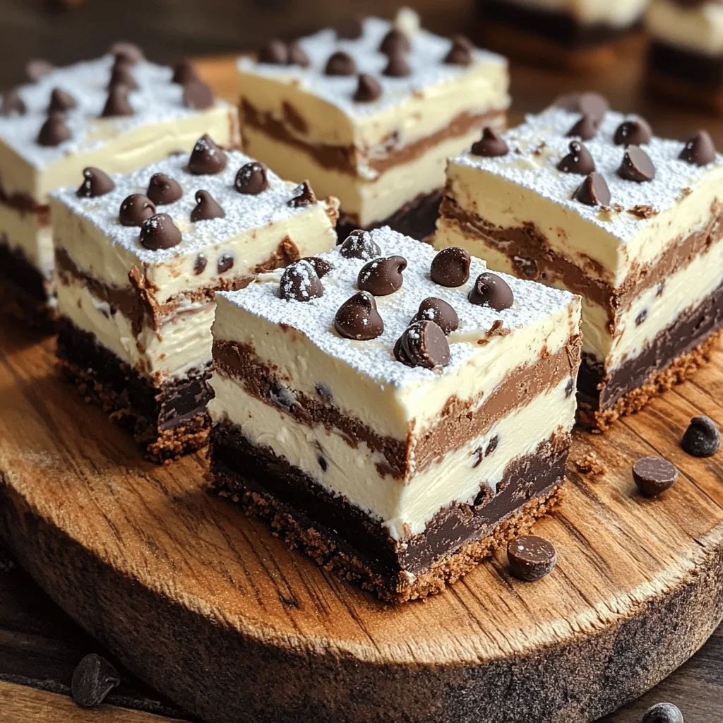 Die Hauptzutaten sind einfach und leicht zu finden. Sie brauchen: - 1 ½ Tassen zerkrümelte Schokoladensandwichkekse (z. B. Oreos) - ½ Tasse ungesalzene Butter, geschmolzen - 1 Tasse Frischkäse, weich - 1 Tasse Puderzucker - 1 Teelöffel Vanilleextrakt - 1 Tasse Schlagcreme (wie Cool Whip) Diese Zutaten machen die Bars cremig und lecker. Die Kekse geben einen tollen Crunch. Um die Bars noch besser zu machen, können Sie zusätzliche Zutaten nutzen. Ich empfehle: - ½ Tasse Mini-Schokoladenstückchen (optional) - Zusätzliche Schokoladensandwichkekse zum Garnieren Die Schokoladenstückchen bringen mehr Geschmack. Sie machen die Bars auch hübsch, wenn Sie zerkrümelte Kekse darüber streuen. Die Auswahl der Zutaten ist wichtig. Achten Sie darauf, frische und hochwertige Produkte zu wählen. Hier sind einige Tipps: - Wählen Sie echte Butter für den besten Geschmack. - Für den Frischkäse: Nehmen Sie einen vollfetten, cremigen Frischkäse. - Verwenden Sie echte Vanilleextrakte, um den Geschmack zu verbessern. Diese Tipps helfen Ihnen, die besten No Bake Cookies and Cream Bars zu machen. Wenn Sie diese Zutaten nutzen, wird Ihr Ergebnis lecker und besonders. Probieren Sie es aus! Das [Full Recipe] zeigt Ihnen, wie es geht. Zuerst musst du die Basis für die Riegel machen. Nimm eine mittelgroße Schüssel und gib die zerkrümelten Schokoladensandwichkekse hinein. Du kannst zum Beispiel Oreos verwenden. Füge die geschmolzene Butter hinzu und rühre alles gut um. Die Keksbrösel sollten gleichmäßig mit der Butter bedeckt sein. Jetzt kommt der nächste Schritt. Drücke die Keks-Mischung fest in den Boden einer gefetteten 20x20 cm Backform. Nutze die Rückseite eines Messbechers, um es glatt zu machen. Eine feste, gleichmäßige Kruste ist wichtig. Für die Füllung nimm eine große Rührschüssel. Gib den weichen Frischkäse, Puderzucker und Vanilleextrakt hinein. Mit einem Handmixer schlägst du alles glatt und cremig. Es sollte keine Klumpen mehr geben. Jetzt kommt der spaßige Teil. Hebe die Schlagcreme vorsichtig unter die Frischkäse-Mischung. Rühre langsam, bis alles gut vermischt ist. Du kannst auch Mini-Schokoladenstückchen hinzufügen, wenn du magst. Verteile die Frischkäse-Mischung gleichmäßig über die Keks-Kruste in der Backform. Achte darauf, eine glatte Fläche zu schaffen. Dann decke die Form mit Frischhaltefolie ab. Stelle sie für mindestens 3 Stunden in den Kühlschrank. Sobald die Riegel fest sind, kannst du sie aus dem Kühlschrank nehmen. Schneide sie in gleichmäßige Stücke. Garniere die Riegel nach Belieben mit zerkrümelten Schokoladensandwichkeksen. Fertig sind deine leckeren No Bake Cookies and Cream Bars! Ein häufiger Fehler ist, die Keks-Mischung nicht fest genug in die Form zu drücken. Achten Sie darauf, die Keksbrösel gut und gleichmäßig zu verteilen. So wird die Kruste stabil. Ein weiterer Fehler ist, die Füllung zu lange zu schlagen. Das kann die Textur verändern. Schlagen Sie nur, bis alles gut vermischt ist. Lassen Sie die Riegel mindestens 3 Stunden im Kühlschrank. So werden sie fest und schnittfähig. Für die besten Ergebnisse können Sie die Riegel auch über Nacht kühlen. So entwickeln sich die Aromen besser. Wenn Sie es eilig haben, prüfen Sie nach 2 Stunden, ob sie schon fest sind. Präsentation ist wichtig. Schneiden Sie die Riegel in gleichmäßige Stücke. Legen Sie die Riegel auf eine schöne Servierplatte. Bestäuben Sie sie mit Puderzucker oder träufeln Sie etwas Schokoladensoße darüber. Sie können auch zusätzliche zerkrümelte Kekse oben drauf streuen. So machen Sie die Riegel noch ansprechender. {{image_4}} Wenn Sie Abwechslung bei Ihren No Bake Cookies and Cream Bars wünschen, probieren Sie andere Kekssorten. Sie können Schokoladenkekse, Vanillekekse oder sogar Kekse mit Nüssen verwenden. Diese Sorten geben den Riegeln einen neuen Geschmack. Experimentieren Sie auch mit verschiedenen Marken, um die beste Textur zu finden. Dadurch wird Ihr Dessert einzigartig und interessant. Die Toppings Ihrer Riegel können die Präsentation verbessern. Streuen Sie zerkrümelte Kekse oder Schokoladenstückchen darüber. Das sieht toll aus und schmeckt lecker. Auch frische Beeren sind eine gute Wahl. Sie geben Frische und Farbe. Wenn Sie etwas Besonderes wollen, träufeln Sie Schokoladensoße oder Karamellsoße darüber. So wird jede Portion zu einem kleinen Kunstwerk. Für glutenfreie Riegel wählen Sie glutenfreie Kekse. Diese sind in vielen Geschäften erhältlich. So bleibt der Geschmack der Riegel gleich gut. Für vegane Varianten ersetzen Sie den Frischkäse durch eine pflanzliche Alternative. Sie können auch vegane Butter verwenden. Diese Anpassungen machen die Riegel für viele Menschen genießbar. Jeder kann sich an diesen köstlichen Bars erfreuen. Um die No Bake Cookies and Cream Bars frisch zu halten, lagern Sie sie im Kühlschrank. Nutzen Sie eine luftdichte Box oder wickeln Sie die Riegel in Frischhaltefolie. So bleibt die Konsistenz angenehm und die Riegel werden nicht trocken. Vermeiden Sie direkte Sonneneinstrahlung und Wärmequellen, die die Bars schmelzen könnten. Im Kühlschrank halten die Riegel etwa eine Woche. Wenn Sie sie länger aufbewahren möchten, frieren Sie sie ein. In einem luftdichten Behälter sind sie bis zu drei Monate haltbar. Achten Sie darauf, die Riegel in Portionen zu schneiden, damit Sie sie einfach entnehmen können. Normalerweise genießt man diese Riegel kalt. Wenn Sie jedoch die Bars etwas weicher machen wollen, legen Sie sie 10 Minuten bei Raumtemperatur stehen. Vermeiden Sie eine Mikrowelle, da sie die Struktur verändern kann. So bleibt der köstliche Geschmack der Schokoladensandwichkekse und der Füllung erhalten. Die Riegel brauchen mindestens 3 Stunden im Kühlschrank. Ich empfehle, sie über Nacht zu lassen. So werden die Riegel schön fest und perfekt zum Schneiden. Wenn Sie die Riegel sofort essen möchten, prüfen Sie einfach die Konsistenz. Sie sollten fest, aber nicht zu hart sein. Ja, Sie können andere Keks-Sorten verwenden! Oreo ist am bekanntesten, aber viele Marken bieten ähnliche Kekse an. Probieren Sie Schokoladenkekse oder sogar Karamellkekse. Seien Sie kreativ! Jede Keks-Sorte bringt ihren eigenen Geschmack. So können Sie Ihre Riegel anpassen und neue Geschmäcker entdecken. Ja, die Bars können glutenfrei und vegan sein. Für glutenfreie Riegel wählen Sie glutenfreie Kekse. Achten Sie bei veganen Optionen auf pflanzliche Butter und veganen Frischkäse. Verwenden Sie auch vegane Schlagcreme. Diese Änderungen machen die Riegel für alle geeignet. So können Sie jeden glücklich machen! Die No Bake Cookies and Cream Bars sind einfach zuzubereiten und lecker. Wir haben die besten Zutaten und Tipps durchgesehen. Ich habe gezeigt, wie du die Basis und Füllung machst und mit Toppings variieren kannst. Achte auf Kühlzeiten und die Lagerung für frische Bars. Mit diesen Anleitungen kannst du schmackhafte Snacks für jeden Anlass kreieren. Probiere verschiedene Varianten aus und finde deine Lieblingskombination! Deine Kreativität macht das Rezept noch besser. Viel Spaß beim Ausprobieren!