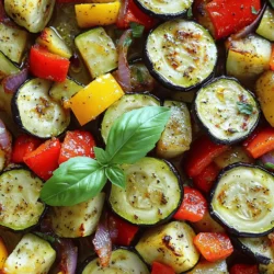 Für dieses einfache Gericht brauchen Sie frische, leckere Zutaten. Hier sind die Hauptbestandteile: - 2 mittelgroße Zucchini, in Runden geschnitten - 1 große Aubergine, in Würfel geschnitten - 1 rote Paprika, grob gehackt - 1 gelbe Zwiebel, in Scheiben geschnitten - 3 Knoblauchzehen, fein gehackt Diese Zutaten bringen Farbe und Geschmack auf den Teller. Zucchini und Auberginen sind leicht und gesund. Sie bieten eine schöne Basis für den Rest der Zutaten. Die Gewürze machen den Unterschied. Für unser Rezept nutzen wir: - 3 Esslöffel Olivenöl - 2 Teelöffel getrockneter Oregano - 1 Teelöffel geräuchertes Paprikapulver - Salz und Pfeffer nach Geschmack Das Olivenöl gibt dem Gemüse einen tollen Geschmack. Oregano bringt einen mediterranen Flair. Geräuchertes Paprikapulver fügt eine rauchige Note hinzu. Diese Gewürze heben den Geschmack der frischen Zutaten hervor. Ein schönes Gericht sieht nicht nur gut aus, sondern schmeckt auch besser mit einer Garnitur. Probieren Sie: - Frische Basilikumblätter zur Garnitur Basilikum bringt einen frischen, aromatischen Geschmack. Es rundet das Gericht ab und macht es einladend. Garnituren machen das Essen besonders und optisch ansprechend. Für die vollständige Zubereitung lesen Sie das Rezept in der Rubrik [Full Recipe]. Zuerst müssen wir das Gemüse vorbereiten. Nimm die Zucchini und schneide sie in runde Scheiben. Die Aubergine wird in Würfel geschnitten. Achte darauf, dass die Stücke gleich groß sind. Das sorgt für ein gleichmäßiges Rösten. Dann schneide die rote Paprika grob und die Zwiebel in dünne Scheiben. Zuletzt hacke die Knoblauchzehen fein. In einer großen Schüssel mische das geschnittene Gemüse. Füge das Olivenöl, Oregano, geräuchertes Paprikapulver, Salz und Pfeffer hinzu. Jetzt kommt der wichtigste Teil: Mische alles gut durch. So kann jedes Stück Gemüse die Gewürze aufnehmen. Heize zuerst den Ofen auf 220°C vor. Das ist wichtig, um das Gemüse schön knusprig zu machen. Lege ein Backblech mit Backpapier aus. Verteile die Gemüsemischung gleichmäßig darauf. Achte darauf, dass die Stücke nicht übereinanderliegen. Das hilft beim Rösten. Jetzt ist es Zeit, das Gemüse in den Ofen zu geben. Röste es für etwa 25-30 Minuten. Halte nach der Hälfte der Zeit an und rühre das Gemüse um. So wird alles gleichmäßig goldbraun. Wenn das Gemüse zart ist und eine schöne Farbe hat, ist es fertig. Um die perfekte Konsistenz zu erreichen, achte auf die Größe der Stücke. Kleinere Stücke rösten schneller und werden knuspriger. Größere Stücke bleiben zarter. Ein weiterer Tipp: Lass das Gemüse nach dem Rösten kurz abkühlen. Das hilft, die Aromen zu festigen. Wenn du mehr über die Zubereitung erfahren möchtest, schau dir das Full Recipe an. Dort findest du alle Details. Wählen Sie frische Zucchini und Auberginen. Achten Sie auf eine feste Haut. Die Zucchini sollte glänzend und grün sein. Bei der Aubergine suchen Sie nach einer tiefen, lila Farbe. Vermeiden Sie Gemüse mit Flecken oder Druckstellen. Diese Zeichen deuten auf Überreife hin. Frisches Gemüse sorgt für den besten Geschmack in Ihrem Gericht. Heizen Sie Ihren Ofen auf 220°C vor. Diese hohe Temperatur hilft, das Gemüse knusprig zu machen. Rösten Sie das Gemüse für 25 bis 30 Minuten. Wichtig ist, das Gemüse während des Röstens einmal umzurühren. So bräunt es gleichmäßig. Achten Sie darauf, dass das Gemüse nicht übereinanderliegt. So bekommt jedes Stück die richtige Hitze. Mischen Sie verschiedene Gemüse für mehr Geschmack. Rote Paprika und Zwiebeln bringen Süße. Knoblauch gibt einen tollen Aroma-Kick. Fügen Sie Kräuter wie Oregano oder Thymian hinzu. Diese passen perfekt zu Zucchini und Auberginen. Sie können auch etwas geräuchertes Paprikapulver verwenden. Es verleiht dem Gemüse einen rauchigen Geschmack. Für frische Noten garnieren Sie mit Basilikum. Für die vollständige Zubereitung schauen Sie sich das Full Recipe an. {{image_4}} Du kannst viele andere Gemüsesorten zu gerösteten Zucchini und Auberginen hinzufügen. Zum Beispiel eignen sich Karotten gut. Auch Kirschtomaten bringen eine süße Note. Wenn du mehr Farbe magst, probiere bunte Paprika. Du kannst sogar Kürbiswürfel für mehr Süße verwenden. Jedes Gemüse hat seinen eigenen Geschmack, also experimentiere! Das Rezept ist bereits vegan und glutenfrei. Du kannst es jedoch noch anpassen. Nutze mehr Olivenöl für einen reichhaltigen Geschmack. Wenn du mehr Würze möchtest, füge etwas Chili hinzu. Du kannst auch andere Kräuter wie Thymian oder Rosmarin verwenden. Diese passen gut zu den Aromen der Zucchini und Auberginen. Geröstete Zucchini und Auberginen sind sehr vielseitig. Du kannst sie in Salaten verwenden oder als Füllung für Wraps. Sie schmecken auch gut in Pasta oder Quinoa. Mische sie mit Hummus für einen leckeren Dip. Wenn du eine Pizza machst, streue sie einfach oben drauf. Die Möglichkeiten sind endlos! Probiere die Kombinationen und finde deinen Favoriten. Für das volle Rezept, schau dir die [Full Recipe] an! Geröstete Zucchini und Auberginen halten sich gut im Kühlschrank. Bewahren Sie das Gemüse in einem luftdichten Behälter auf. So bleibt es frisch und lecker. Genießen Sie es innerhalb von drei bis fünf Tagen. Vor dem Essen können Sie es kurz aufwärmen, um den Geschmack zu verbessern. Das Einfrieren ist eine gute Option, wenn Sie Reste haben. Lassen Sie das Gemüse zuerst ganz abkühlen. Legen Sie es dann in einen gefrierfesten Behälter oder Beutel. Achten Sie darauf, so viel Luft wie möglich zu entfernen. So bleibt das Gemüse bis zu drei Monate frisch. Zum Auftauen legen Sie es einfach in den Kühlschrank. Um das Gemüse wieder aufzuwärmen, verwenden Sie den Ofen oder die Pfanne. Stellen Sie den Ofen auf 180°C ein und backen Sie es für etwa 10 Minuten. In der Pfanne erhitzen Sie es bei mittlerer Hitze für 5 bis 7 Minuten. So bleibt das Gemüse knusprig und lecker. Vermeiden Sie die Mikrowelle, da das Gemüse matschig werden kann. Für mehr Geschmack können Sie frische Kräuter hinzufügen. Wenn Sie das Rezept ausprobieren möchten, sehen Sie sich das vollständige Rezept für geröstete Zucchini und Auberginen an. Geröstete Zucchini und Auberginen sind vielseitig. Du kannst sie in Salaten, Pasta oder Sandwiches nutzen. Sie geben jedem Gericht mehr Geschmack. Mische sie in einen warmen Couscous-Salat. Das Gemüse passt auch gut zu Quinoa oder Reis. Du kannst die Reste einfach in eine Frittata geben. So hast du ein schnelles und leckeres Abendessen. Ja, du kannst die Gewürze ganz nach deinem Geschmack ändern. Probiere frische Kräuter wie Thymian oder Rosmarin. Auch italienische Gewürzmischungen passen gut. Wenn du es scharf magst, füge etwas Cayennepfeffer hinzu. Du kannst auch verschiedene Öle verwenden, wie Sesamöl für einen anderen Geschmack. Sei kreativ und finde deine Lieblingskombination! Geröstete Zucchini und Auberginen passen gut zu vielen Beilagen. Serviere sie mit gegrilltem Fleisch oder Fisch. Auch Polenta ist eine tolle Wahl. Ein frischer grüner Salat ergänzt das Gericht perfekt. Du kannst auch Brot oder Brötchen dazu reichen. Diese Beilagen machen dein Essen noch besser und runder. Für das volle Rezept schau dir die geröstete Zucchini- und Auberginen-Delikatesse an. Geröstete Zucchini und Auberginen sind einfach und lecker. Wir haben die Hauptzutaten, Gewürze und Garnituren besprochen. Ich teile meine besten Tipps für die Zubereitung und Lagerung. Variationen machen die Gerichte noch spannender. Denke daran, auch die richtigen Gemüse auszuwählen und die Temperatur zu beachten. Du kannst die Gewürze anpassen und deine eigenen Beilagen wählen. Geröstetes Gemüse passt in viele Rezepte und schmeckt hervorragend. Nutze diesen Leitfaden für köstliche, gesunde Gerichte. Viel Spaß beim Kochen!