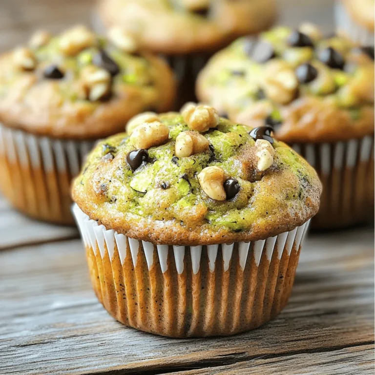 Die Zutaten für gesunde Zucchini Muffins sind einfach und leicht zu finden. Sie brauchen: - 1 ½ Tassen geriebene Zucchini (ca. 1 mittelgroße Zucchini) - 1 Tasse Vollkornmehl - ½ Tasse Haferflocken - ½ Teelöffel Backpulver - ½ Teelöffel Natron - ½ Teelöffel gemahlener Zimt - ¼ Teelöffel Muskatnuss - ¼ Teelöffel Salz - 2 große Eier - ½ Tasse Honig oder Ahornsirup - ⅓ Tasse ungesüßtes Apfelmus - 1 Teelöffel Vanilleextrakt - ½ Tasse Walnüsse, gehackt (optional) - ½ Tasse Zartbitterschokoladenstückchen (optional) Diese Zutaten sorgen für Geschmack und Nährstoffe. Zucchini bringt Feuchtigkeit und Vitamine. Vollkornmehl gibt Ballaststoffe und macht die Muffins gesund. Wählen Sie frische Zucchini für beste Ergebnisse. Achten Sie auf: - Glatte Haut ohne Flecken - Feste Textur - Helle Farbe Die Zucchini sollte nicht zu groß sein, da sie dann wässrig wird. Eine mittelgroße Zucchini ist ideal. Sie gibt genug Feuchtigkeit, ohne den Teig zu verwässern. Suchen Sie nach gesünderen Alternativen zu Zucker und Mehl. Statt Zucker können Sie Honig oder Ahornsirup verwenden. Diese Optionen sind natürlich und süß. Für das Mehl können Sie auch Mandelmehl oder Kokosmehl ausprobieren. Diese Alternativen sind glutenfrei und bieten neue Geschmäcker. Für mehr Details schauen Sie sich bitte das Full Recipe an. Zuerst heize den Ofen auf 175°C vor. Du musst sicherstellen, dass die Muffinform bereit ist. Lege Papierförmchen in die Mulden oder fette sie leicht ein. So kleben die Muffins nicht fest. Wenn du ein gutes Muffinblech hast, wird das Ergebnis noch besser. Es ist wichtig, dass die Muffins gleichmäßig backen. Nimm eine mittlere Schüssel und gebe die geriebene Zucchini hinein. Füge dann den Honig oder Ahornsirup, die Eier, das Apfelmus und den Vanilleextrakt hinzu. Rühre alles gut um, bis du eine glatte Masse hast. Diese feuchten Zutaten bringen den Muffins Geschmack und Feuchtigkeit. Die Zucchini sorgt dafür, dass die Muffins nicht zu trocken werden und gibt eine tolle Textur. In einer großen Schüssel vermische das Vollkornmehl, die Haferflocken, das Backpulver, das Natron, die Gewürze und das Salz. Rühre alles gut durch, damit sich die Zutaten gleichmäßig verteilen. Jetzt gieße die feuchte Mischung langsam in die trockenen Zutaten. Rühre vorsichtig, bis alles gerade so vermischt ist. Achte darauf, den Teig nicht zu übermixen. Das sorgt für lockere Muffins. Wenn du magst, kannst du jetzt die gehackten Walnüsse oder die Schokoladenstückchen unterheben. Verteile den Teig gleichmäßig in die Muffinform und fülle jede Mulde etwa ¾ voll. Backe die Muffins 18-20 Minuten lang. Ein Zahnstocher sollte sauber herauskommen, wenn sie fertig sind. Lass sie kurz im Blech abkühlen, bevor du sie auf ein Kuchengitter legst. Du kannst alle Schritte ganz einfach nach dem [Full Recipe] nachmachen. Um die Muffins saftig zu machen, verwenden Sie frische Zucchini. Zucchini hat viel Wasser. Das hilft den Muffins, nicht trocken zu werden. Reiben Sie die Zucchini gut, und drücken Sie etwas Wasser aus. Sie können auch mehr Apfelmus oder Joghurt hinzufügen. Diese Zutaten bringen Feuchtigkeit und Geschmack. Mischen Sie den Teig nur kurz. Zu viel Mischen macht die Muffins hart und zäh. Rühren Sie die feuchten Zutaten und trockenen Zutaten nur zusammen, bis sie gerade vermischt sind. Kleine Klümpchen sind in Ordnung. Diese Methode sorgt für lockere und luftige Muffins. Backen Sie die Muffins bei 175°C (350°F). Die Backzeit beträgt 18 bis 20 Minuten. Überprüfen Sie mit einem Zahnstocher, ob sie fertig sind. Wenn der Zahnstocher sauber herauskommt, sind sie bereit. Lassen Sie die Muffins nach dem Backen kurz im Blech abkühlen. Danach können Sie sie auf ein Gitter legen. Für das beste Ergebnis, folgen Sie dem [Full Recipe]. {{image_4}} Um gesunde Zucchini Muffins glutenfrei zu machen, wählen Sie glutenfreies Mehl. Ich empfehle eine Mischung aus Mandelmehl und Kokosmehl. Diese Mehle geben den Muffins eine feine Textur. Sie können auch glutenfreie Haferflocken nutzen. Achten Sie darauf, dass die Haferflocken als glutenfrei gekennzeichnet sind. Dieses einfache Ersatzspiel bringt keinen großen Aufwand mit sich. Für vegane Zucchini Muffins ersetzen Sie die Eier durch Chia-Eier oder Leinsamen. Mischen Sie einen Esslöffel Chia-Samen oder gemahlenen Leinsamen mit drei Esslöffeln Wasser. Lassen Sie es fünf Minuten quellen. Ersetzen Sie Honig durch Agavensirup oder Ahornsirup. Diese Zutaten machen die Muffins ebenfalls lecker und saftig. Fügen Sie nach Belieben Zutaten hinzu. Gehackte Walnüsse bringen einen tollen Crunch. Zartbitterschokoladenstückchen machen die Muffins süßer. Trockenfrüchte wie Rosinen oder Cranberries geben einen fruchtigen Geschmack. Mischen Sie etwa ½ Tasse Ihrer Wahl in den Teig. Diese Zusätze machen die Muffins noch interessanter und sättigender. Probieren Sie die verschiedenen Variationen aus und finden Sie Ihre Lieblingskombination! Es gibt viele Möglichkeiten, um die Muffins zu verbessern, also seien Sie kreativ. Schauen Sie sich das Full Recipe an, um alle Details zu erfahren. Um die frisch gebackenen Zucchini Muffins lange lecker zu halten, bewahre sie richtig auf. Lass die Muffins zuerst auf einem Kuchengitter abkühlen. Danach kannst du sie in einen luftdichten Behälter legen. So bleiben sie für bis zu fünf Tage frisch. Wenn du die Muffins länger aufbewahren möchtest, lagere sie im Kühlschrank. Das Einfrieren ist eine tolle Methode, um die Muffins länger zu genießen. Lege die abgekühlten Muffins in einen Gefrierbeutel oder in einen gefrierfesten Behälter. Achte darauf, die Luft herauszudrücken, bevor du sie schließt. So bleiben die Muffins bis zu drei Monate frisch. Wenn du bereit bist, sie zu essen, nimm die Muffins aus dem Gefrierfach und lass sie im Kühlschrank auftauen. Um die Muffins wieder warm und lecker zu machen, gibt es einige einfache Tipps. Du kannst sie für etwa 10–15 Minuten bei 175°C im Ofen aufwärmen. Alternativ kannst du sie auch in der Mikrowelle für 20–30 Sekunden erwärmen. Das macht die Muffins wieder schön weich und schmackhaft. Probiere auch, etwas Butter oder einen Klecks Joghurt daraufzulegen, um den Geschmack zu verbessern. Die Muffins bleiben bei Zimmertemperatur etwa 3 bis 4 Tage frisch. Bewahren Sie sie in einem luftdichten Behälter auf. Im Kühlschrank halten sie bis zu einer Woche. So bleiben sie länger saftig und lecker. Diese Muffins passen gut zu vielen Anlässen. Servieren Sie sie zum Frühstück oder als Snack. Sie sind ideal für Kindergeburtstage oder als gesunde Option beim Brunch. Auch bei einem Picknick sind sie ein Hit. Ihre Freunde und Familie werden sie lieben! Ja, Sie können die Muffins im Voraus backen. Bereiten Sie sie einfach am Vorabend zu. Lagern Sie sie in einem luftdichten Behälter. Sie können sie auch einfrieren, falls Sie sie später genießen möchten. Bei Bedarf einfach aufwärmen. Das Rezept sorgt dafür, dass sie frisch und lecker bleiben. Probieren Sie die Full Recipe für mehr Details! Gesunde Zucchini Muffins sind einfach und lecker. Wir haben die Hauptzutaten besprochen, darunter die besten Zucchini und Alternativen zu Zucker und Mehl. Du hast auch gesehen, wie man die Muffins Schritt für Schritt zubereitet. Tipps wie saftige Muffins und optimale Backzeiten helfen dir sicher. Variationen wie glutenfreie oder vegane Muffins erweitern deine Optionen. Mit unseren Lagerungshinweisen bleibst du auf der sicheren Seite. Probiere es aus und genieße deine Mühe! Gesundes Backen macht Spaß und schmeckt gut.