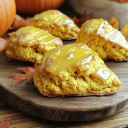 - 2 Tassen Weizenmehl - 1/2 Tasse brauner Zucker - 1/2 Tasse ungesalzene Butter - 3/4 Tasse Kürbispüree Um die Scones herzustellen, benötigst du einige Hauptzutaten. Zuerst nehmen wir Weizenmehl. Es gibt die Basis für die Scones. Der braune Zucker bringt eine schöne Süße und Feuchtigkeit. Die ungesalzene Butter sorgt für eine zarte Textur. Schließlich gibt das Kürbispüree den Scones ihren besonderen Geschmack und eine schöne Farbe. - 1 Tasse Puderzucker - 3 Esslöffel reiner Ahornsirup - 1-2 Esslöffel Milch Die Glasur macht die Scones noch besser. Puderzucker gibt uns die Süße. Ahornsirup bringt diesen tollen, reichen Geschmack. Die Milch hilft, die Glasur weich und gleichmäßig zu machen. Du kannst die Milch nach Bedarf anpassen, um die perfekte Konsistenz zu erreichen. - Glutenfreies Mehl - Vegane Butter oder ungesüßter Apfelmus Wenn du spezielle Diäten hast, gibt es Alternativen. Glutenfreies Mehl funktioniert gut anstelle von Weizenmehl. Vegane Butter oder ungesüßter Apfelmus sind tolle Optionen, wenn du keine Butter verwenden möchtest. Diese Substitutionen sorgen dafür, dass jeder die Scones genießen kann. Heize deinen Ofen auf 200°C vor. Das ist wichtig, damit die Scones gut backen. Lege ein Backblech mit Backpapier aus. So kleben die Scones nicht fest. Gib das Mehl, den braunen Zucker, das Backpulver und die Gewürze in eine große Schüssel. Mische alles gut mit einem Schneebesen. Achte darauf, dass keine Klumpen bleiben. Die Gewürze geben den Scones ihren tollen Geschmack. Füge die kalte, gewürfelte Butter zu den trockenen Zutaten hinzu. Mit einem Teigmischer oder deinen Fingern arbeite die Butter ein. Die Mischung soll grobe Krümel bilden. In einer separaten Schüssel verrühre das Kürbispüree, die Schlagsahne und den Vanilleextrakt. Gieße diese Mischung in die trockenen Zutaten. Rühre vorsichtig um, bis alles gerade so vermischt ist. Der Teig wird leicht klebrig sein. Achte darauf, nicht zu viel zu rühren, um die Scones zart zu halten. Jetzt bist du bereit, deinen Teig zu formen! Um perfekte Scones zu machen, mische den Teig nicht zu lange. Wenn du ihn überarbeitest, wird der Teig zäh. Rühre nur so viel, bis alles zusammenkommt. Ein weiterer Trick ist, den Teig für eine bessere Textur in den Kühlschrank zu legen. Kälte hilft, die Butter fest zu halten und macht die Scones flauschiger. Achte beim Backen auf eine goldene Farbe. Die Scones sollten leicht bräunlich sein. Ein guter Test ist der Zahnstocher-Test. Stecke einen Zahnstocher in die Mitte der Scones. Wenn er sauber herauskommt, sind sie fertig. Für die perfekte Glasur ist die Konsistenz wichtig. Die Glasur sollte dick genug sein, um nicht zu tropfen. Wenn sie zu dick ist, füge mehr Milch hinzu. Wenn sie zu dünn ist, gib mehr Puderzucker hinzu. Träufle die Glasur gleichmäßig über die Scones, während sie noch warm sind. So haftet die Glasur besser. {{image_4}} Du kannst die Kürbisscones mit Nüssen oder Schokolade aufpeppen. Walnüsse oder Pekannüsse passen gut. Sie geben einen schönen Crunch. Du musst den Teig jedoch im Auge behalten. Wenn du zu viele Nüsse hinzufügst, wird der Teig schwer. Das kann die Scones trocken machen. Halte dich an eine halbe Tasse Nüsse oder Schokolade. So bleibt die perfekte Textur erhalten. Gewürze machen einen großen Unterschied. Du kannst Zimt, Muskat, Ingwer oder Piment verwenden. Jeder bringt seinen eigenen Geschmack. Zimt ist klassisch und warm. Muskatnuss hat einen süßen, nussigen Geschmack. Ingwer gibt einen scharfen Kick. Piment bringt eine komplexe Note. Misch die Gewürze nach deinem Geschmack. Probiere verschiedene Kombinationen aus, um deine perfekte Mischung zu finden. Die Ahornglasur ist köstlich, aber du kannst variieren. Eine Schokoladenglasur ist eine tolle Alternative. Schmelze einfach dunkle Schokolade und träufle sie über die Scones. Du kannst auch Zuckerguss machen. Mische Puderzucker mit etwas Wasser oder Milch. So erhältst du eine süße, cremige Glasur. Experimentiere mit verschiedenen Glasuren, um neue Geschmäcker zu entdecken. Die Scones bleiben am besten in einem luftdichten Behälter. So bleiben sie frisch und lecker. Du kannst sie auch mit Frischhaltefolie einwickeln. Das hilft, die Feuchtigkeit zu bewahren. Lagere sie an einem kühlen, trockenen Ort. So bleiben sie bis zu fünf Tage gut. Die Scones sind frisch für etwa fünf Tage. Nach dieser Zeit verlieren sie ihren Geschmack und ihre Textur. Um sie wieder aufzuwärmen, heize den Ofen auf 180°C vor. Lege die Scones auf ein Backblech und backe sie für fünf bis zehn Minuten. So werden sie warm und knusprig. Du kannst sie auch in der Mikrowelle aufwärmen. Stelle die Mikrowelle auf mittlere Leistung und erwärme sie kurz. Ja, du kannst den Teig im Voraus zubereiten! Mache ihn bis zu einem Tag vorher. Wickele den Teig fest in Frischhaltefolie ein und lege ihn in den Kühlschrank. So bleibt der Teig frisch und du kannst ihn später backen. Das spart Zeit, wenn du Gäste hast oder einen besonderen Anlass feierst. Die Zubereitung der Maple Glazed Pumpkin Scones dauert insgesamt etwa 35 bis 40 Minuten. Du brauchst etwa 15 Minuten, um den Teig vorzubereiten. Dann backen die Scones für 15 bis 20 Minuten im Ofen. Achte darauf, dass sie goldbraun sind und ein Zahnstocher sauber herauskommt. Ja, du kannst die Scones einfrieren! Lass sie zuerst ganz abkühlen. Wickel sie dann gut in Frischhaltefolie ein. Lege sie in einen luftdichten Behälter oder einen Gefrierbeutel. So bleiben sie bis zu drei Monate frisch. Zum Aufwärmen einfach im Ofen oder in der Mikrowelle leicht erhitzen. Kürbispüree findest du in den meisten Supermärkten, meist in der Nähe von Backzutaten. Du kannst auch frisches Kürbisfleisch verwenden. Schneide einen Kürbis auf, entkerne ihn und schneide ihn in Stücke. Koche die Stücke weich und püriere sie dann. Das gibt dir frisches, leckeres Kürbispüree. Für eine vollständige Anleitung für Ahornsirup-Glasierte Kürbisscones, schau dir das Rezept an. Die Zubereitung von Kürbisscones ist einfach und macht Spaß. Mit den richtigen Zutaten und ein paar Tricks gelingt es jedem. Wir haben die Hauptzutaten, Tipps zur perfekten Konsistenz und Varianten für jeden Geschmack behandelt. Denken Sie an die Lagerung, um die Scones frisch zu halten. Probieren Sie verschiedene Aromen aus, um Ihre Scones zu verfeinern. So wird jeder Biss zum Genuss! Nutzen Sie diese Schritte, um leckere Kürbisscones zu backen, die Sie und Ihre Gäste begeistern werden.
