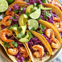 - 450 g große Garnelen, geschält und entdarmt - 2 Esslöffel Olivenöl - 2 Esslöffel Chipotle-Paprika in Adobo-Sauce, fein gehackt - 2 Esslöffel Limettensaft (frisch gepresst) - 1 Teelöffel Knoblauchpulver - 1 Teelöffel Kreuzkümmel - Salz und Pfeffer nach Geschmack - 8 kleine Maistortillas - 1 Avocado, in Scheiben geschnitten - 1 Tasse Rotkohl, in Streifen geschnitten - Frischer Koriander, gehackt, zum Garnieren - Limettenviertel, zum Servieren Diese Zutaten machen die Tacos frisch und lecker. Die Garnelen sind die Hauptzutat. Sie sorgen für einen großartigen Geschmack. Verwende frische Garnelen, wenn möglich. Olivenöl bringt einen schönen Glanz und macht alles saftig. Chipotle-Paprika gibt den Tacos Hitze und einen rauchigen Geschmack. Limettensaft fügt eine spritzige Frische hinzu. Knoblauchpulver und Kreuzkümmel geben Tiefe. Die Maistortillas sind weich und perfekt für die Füllung. Avocado sorgt für Cremigkeit und der Rotkohl bringt einen knusprigen Biss. Frischer Koriander ist das i-Tüpfelchen für das Aroma. Wenn du alle Zutaten hast, bist du bereit für die Zubereitung. Folge dem Full Recipe, um die besten Ergebnisse zu erzielen. Um die Garnelen zu marinieren, mische die Zutaten in einer Schüssel. Verwende große Garnelen, Olivenöl, Chipotle-Paprika, Limettensaft, Knoblauchpulver und Kreuzkümmel. Streue Salz und Pfeffer nach Geschmack hinzu. Mische alles gut, damit die Garnelen die Aromen aufnehmen. Es ist wichtig, die Garnelen mindestens 15 Minuten marinieren zu lassen. So entfaltet sich der Geschmack. Heize eine beschichtete Pfanne bei mittlerer bis hoher Hitze vor. Sobald die Pfanne heiß ist, lege die marinierten Garnelen hinein. Brate sie 2-3 Minuten pro Seite. Die Garnelen sind fertig, wenn sie rosa und undurchsichtig sind. Achte darauf, sie nicht zu lange zu braten. So bleiben sie zart und saftig. Wärme die Maistortillas in der Pfanne. 30 Sekunden pro Seite reichen aus, damit sie weich und biegsam werden. Belege jede Tortilla mit ein paar Garnelen. Füge die geschnittenen Avocadoscheiben und den Rotkohl hinzu. Garniere die Tacos mit frischem Koriander. Serviere sie mit Limettenvierteln. So kann jeder mehr Zitrusgeschmack hinzufügen. Für mehr Details kannst du das Full Recipe anschauen. - Auswahl der richtigen Garnelen: Wähle frische, große Garnelen. Sie haben mehr Geschmack. Achte darauf, dass sie fest sind und einen frischen Geruch haben. Gefrorene Garnelen sind auch gut, wenn sie gut aufgetaut sind. - Vermeidung von Überkochen: Achte darauf, die Garnelen nur kurz zu braten. 2-3 Minuten pro Seite sind genug. Sie sollten rosa und fest sein. Überkochen macht sie gummiartig. - Methoden zur Erwärmung: Du kannst Tortillas in einer heißen Pfanne leicht rösten. Lege sie 30 Sekunden pro Seite hinein. Alternativ kannst du sie in Alufolie wickeln und in den Ofen legen. So bleiben sie warm und weich. - Alternativen zu Maistortillas: Wenn du keine Maistortillas magst, probiere Weizentortillas oder große Salatblätter. Diese sind eine gute, leichte Option. - Anrichten und Garnieren: Baue die Tacos auf einer großen Platte auf. Lege die Garnelen in die Tortillas. Füge Avocado und Rotkohl hinzu. Garniere mit frischem Koriander und Limetten. - Beilagen, die gut dazu passen: Serviere die Tacos mit einer frischen Salsa. Guacamole oder eine Schüssel mit Reis sind auch tolle Beilagen. So wird das Essen noch besser. Für das volle Rezept besuche die Seite mit dem Full Recipe. {{image_4}} Manchmal möchte ich eine fleischfreie Option. Für vegetarische Füllungen nutze ich gerne schwarze Bohnen oder Tofu. Diese Zutaten sind nahrhaft und gut gewürzt. Bohnen sind reich an Protein und Ballaststoffen. Tofu kann mariniert werden, um den Geschmack zu intensivieren. Einfach die Bohnen oder den Tofu in die gleichen Gewürze einlegen, die ich für die Garnelen verwende. So bleibt der Geschmack toll. Wenn ich es würziger mag, füge ich zusätzliche Gewürze oder Saucen hinzu. Zum Beispiel kann ich Jalapeños oder scharfe Salsas verwenden. Chipotle-Pulver verstärkt den rauchigen Geschmack. Auch ein Spritzer scharfer Soße bringt mehr Hitze. Diese Variationen machen die Tacos spannend und aufregend. Die Toppings für die Tacos machen einen großen Unterschied. Ich mag frische Salsa oder Joghurt-Dips dazu. Salsa bringt frische und Säure. Joghurt-Dips bieten eine cremige Note, die gut mit den scharfen Tacos harmoniert. Außerdem kann ich auch Mais oder frische Tomaten hinzufügen. Diese Beilagen machen die Tacos bunter und schmackhafter. Für das vollständige Rezept, schaue dir die [Full Recipe] an. Lagere die Reste der Chipotle Lime Shrimp Tacos in einem luftdichten Behälter. Stelle sicher, dass die Garnelen und die Tortillas getrennt sind. Garnelen sollten im Kühlschrank aufbewahrt werden. Sie bleiben frisch für etwa 2 Tage. Tortillas bleiben eine Woche lang haltbar, wenn sie gut verpackt sind. Die Hauptzutaten wie Garnelen und Avocados verderben schnell. Achte darauf, frische Zutaten zu kaufen. Verwende die Garnelen innerhalb von 1-2 Tagen nach dem Kauf. Avocados reifen schnell. Lagere sie bei Zimmertemperatur und kühle sie nach dem Schneiden ein. Zum Aufwärmen der Garnelen nutze eine Pfanne. Erhitze sie bei mittlerer Hitze für 2-3 Minuten. Das macht sie wieder zart. Tortillas kannst du in der Mikrowelle für 20-30 Sekunden aufwärmen. So bleiben sie weich und lecker. Mache die Tacos frisch, um den besten Geschmack zu genießen. Für das vollständige Rezept schaue dir die [Full Recipe] an. Du kannst die marinierten Garnelen bis zu zwei Tage im Kühlschrank aufbewahren. Lagere sie in einem luftdichten Behälter. Das hilft, die Frische zu bewahren. Achte darauf, die Garnelen gut zu kühlen. Wenn du sie länger aufbewahren möchtest, friere sie ein. So bleiben sie bis zu drei Monate haltbar. Denke daran, sie über Nacht im Kühlschrank aufzutauen. Ja, du kannst die Tacos im Voraus zubereiten. Marinieren die Garnelen am Vortag, damit die Aromen gut einziehen. Du kannst auch die Tortillas und die Beilagen vorbereiten. Halte die Zutaten in separaten Behältern. Am Tag der Party musst du nur die Garnelen braten und alles zusammenbauen. Das spart Zeit und macht es einfach, deine Gäste zu beeindrucken. Wenn du keine Chipotle-Paprika hast, probiere geräucherte Paprika. Sie bringt einen ähnlichen Geschmack, aber weniger Schärfe. Du kannst auch Cayennepfeffer verwenden, um mehr Hitze zu bekommen. Eine Mischung aus Paprika und etwas Chili-Pulver funktioniert auch gut. So kannst du die Schärfe nach deinem Wunsch anpassen und trotzdem leckere Tacos genießen. Die besten Zutaten findest du in einem gut sortierten Supermarkt oder auf dem Wochenmarkt. Achte auf frische Garnelen, die glänzend und fest sind. Olivenöl von hoher Qualität macht einen großen Unterschied. Du kannst auch nach speziellen Läden suchen, die mexikanische oder lateinamerikanische Zutaten anbieten. Diese Orte haben oft die besten Chipotle-Paprika und Tortillas. Für eine gesündere Version wähle Vollkorn-Tortillas. Sie sind nahrhafter als die normalen Maistortillas. Du kannst auch die Garnelen durch gegrilltes Gemüse ersetzen. Verwende Zucchini, Paprika und Auberginen für einen tollen Geschmack. Statt Avocado kannst du auch eine leichte Guacamole machen. Diese Alternativen halten die Tacos gesund und lecker. Zusammengefasst bietet dieser Blogbeitrag ein einfaches Rezept für Chipotle Lime Shrimp Tacos. Du lernst, wie du die besten Garnelen auswählst, sie marinierst und perfekt brätst. Die Anleitung hilft dir beim Zusammenstellen köstlicher Tacos. Variiere die Füllungen nach deinem Geschmack und lager die Reste richtig. Mit diesen Tipps bereitest du dieses Gericht immer wieder lecker zu. Viel Spaß beim Ausprobieren und Genuss deiner Tacos!