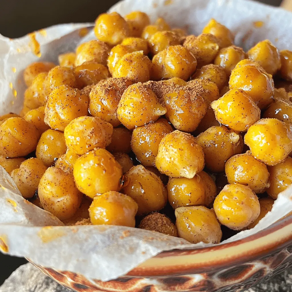 Für dieses leckere Rezept benötigst du: - 1 Dose Kichererbsen - 2 Esslöffel Olivenöl - 2 Esslöffel Kürbisgewürzmischung Kichererbsen sind die Basis. Sie sind gesund und voller Protein. Olivenöl macht sie knusprig und gibt Geschmack. Die Mischung aus Gewürzen bringt das Kürbisgefühl in jeden Bissen. Die Gewürzmischung ist der Schlüssel. Die Mischung besteht aus: - Zimt - Muskatnuss - Ingwer - Piment Diese Gewürze sind warm und einladend. Ahornsirup süßt die Kichererbsen leicht. Meersalz bringt den Geschmack nach vorne. Für einen kleinen Kick kannst du hinzufügen: - 1/4 Teelöffel Cayennepfeffer Cayennepfeffer gibt einen würzigen Biss. Du kannst ihn weglassen, wenn du es mild magst. Für das vollständige Rezept, schau dir die Full Recipe an. Heizen Sie Ihren Ofen auf 200°C vor. Legen Sie ein Backblech mit Backpapier aus. Dies hilft, die Kichererbsen nicht festzukleben. Ein gut vorbereiteter Ofen sorgt für gleichmäßiges Rösten. Nehmen Sie eine Dose Kichererbsen. Lassen Sie sie abtropfen und spülen Sie sie gut ab. Legen Sie die Kichererbsen auf ein sauberes Küchentuch. Tupfen Sie sie vorsichtig trocken. Dies ist wichtig, damit die Kichererbsen knusprig werden. Nehmen Sie eine große Schüssel. Geben Sie das Olivenöl und die Kürbisgewürzmischung hinein. Fügen Sie auch den Ahornsirup, das Meersalz und den Cayennepfeffer hinzu. Rühren Sie alles gut um. Die Mischung sollte gleichmäßig sein. Dann geben Sie die trockenen Kichererbsen in die Schüssel. Werfen Sie alles zusammen, bis die Kichererbsen gut bedeckt sind. Verteilen Sie die gewürzten Kichererbsen auf dem Backblech. Achten Sie darauf, dass sie in einer einzigen Schicht liegen. Rösten Sie die Kichererbsen für 25 bis 30 Minuten. Rühren Sie sie nach der Hälfte der Zeit um. So werden sie goldbraun und knusprig. Nehmen Sie das Blech aus dem Ofen und lassen Sie die Kichererbsen abkühlen. Sie werden beim Abkühlen noch knuspriger. Für das vollständige Rezept schauen Sie sich den Abschnitt Full Recipe an. Um knusprige Kichererbsen zu erhalten, ist es wichtig, die Feuchtigkeit zu entfernen. Nachdem Sie die Kichererbsen abgespült haben, legen Sie sie auf ein Küchentuch. Tupfen Sie sie sanft trocken. Je weniger Feuchtigkeit, desto knuspriger werden sie im Ofen. Bei der Röstung sollten Sie die Kichererbsen gleichmäßig auf dem Backblech verteilen. Dadurch können sie gleichmäßig bräunen und werden schön knusprig. Rühren Sie sie während des Röstens nach 15 Minuten um. So bräunen sie von allen Seiten. Für den besten Geschmack ist eine gleichmäßige Verteilung der Gewürze wichtig. Mischen Sie das Olivenöl mit der Kürbisgewürzmischung und dem Ahornsirup in einer großen Schüssel. Geben Sie dann die Kichererbsen dazu und werfen Sie sie gut um. Achten Sie darauf, dass jede Kichererbse mit der Mischung überzogen ist. So entfaltet sich der volle Geschmack beim Rösten. Wenn Sie zusätzliche Aromen mögen, können Sie auch mehr Gewürze hinzufügen. Diese gerösteten Kichererbsen sind ein toller Snack für jede Gelegenheit. Sie passen gut zu einem Salat oder als knuspriges Topping für Suppen. Sie können auch als Snack für eine Party serviert werden. Stellen Sie sie in eine schöne Schüssel und genießen Sie sie mit Freunden. Sie sind auch eine gesunde Alternative zu Chips. Probieren Sie sie einfach aus! Für das vollständige Rezept schauen Sie sich die Anleitung an. {{image_4}} Sie können die Gewürzmischung leicht variieren. Fügen Sie zum Beispiel Kreuzkümmel oder Paprika hinzu. Diese Gewürze bringen neue Aromen. Experimentieren macht Spaß und bringt Abwechslung. Sie können auch mehr Zimt hinzufügen für einen stärkeren Geschmack. Ihre Kichererbsen werden so noch interessanter. Zusätzliche Süßstoffe wie Kokoszucker oder Honig sind tolle Optionen. Kombinieren Sie süße und herzhafte Snacks. Geben Sie Nüsse oder getrocknete Früchte dazu. Diese Mischung sorgt für einen besonderen Crunch. Das Spiel zwischen süß und salzig macht jeden Biss spannend. Probieren Sie auch, die Röstkichererbsen mit Schokolade zu kombinieren. Das ergibt einen leckeren Snack. Für vegane oder glutenfreie Optionen sind diese Kichererbsen perfekt. Sie verwenden nur pflanzliche Zutaten. Achten Sie darauf, dass der Ahornsirup echt ist. Diese Röstkichererbsen sind auch für Allergiker geeignet. Sie sind nahrhaft und gesund. So können alle genießen, ohne sich Sorgen zu machen. Die beste Methode zur Lagerung der Röstkichererbsen ist in einem luftdichten Behälter. Lassen Sie die Kichererbsen vor dem Einlagern vollständig abkühlen. So bleibt ihre Knusprigkeit erhalten. Stellen Sie den Behälter an einen kühlen, trockenen Ort. Vermeiden Sie Feuchtigkeit, da sie die Kichererbsen weich machen kann. Eine gute Option ist, sie in einer Glasdose oder einem Plastikbehälter mit Deckel aufzubewahren. So haben Sie immer einen leckeren Snack griffbereit. Wie lange sind die Röstkichererbsen haltbar? Sie sind bis zu einer Woche frisch, wenn sie richtig gelagert werden. Nach dieser Zeit können sie an Knusprigkeit verlieren. Achten Sie darauf, sie regelmäßig zu überprüfen. Wenn sie weich oder schal werden, genießen Sie sie eher nicht mehr. Um die Haltbarkeit zu verlängern, können Sie sie auch einfrieren. So bleiben sie länger frisch, aber die Textur kann sich ändern. Haben Sie übrig gebliebene Kichererbsen? Kein Problem! Sie können sie in verschiedenen Gerichten verwenden. Fügen Sie sie zu Salaten hinzu, um einen knusprigen Biss zu bekommen. Sie passen auch gut in Suppen oder Eintöpfe. Eine weitere Idee ist, sie über Reisgerichte zu streuen. Sie können sogar einen herzhaften Snack daraus machen. Einfach wieder rösten und mit etwas Gewürz bestreuen. So genießen Sie die Kichererbsen auf viele Arten! Um die Kichererbsen knuspriger zu machen, ist es wichtig, Feuchtigkeit zu entfernen. Tupfen Sie die abgetropften Kichererbsen gut mit einem Tuch trocken. Meiden Sie es, die Kichererbsen zu überladen. Eine einzelne Schicht auf dem Backblech hilft beim Rösten. Rühren Sie die Kichererbsen während des Röstens einmal um. Dies sorgt für gleichmäßige Bräunung. Lassen Sie die Kichererbsen nach dem Rösten kurz abkühlen. Sie werden dann noch knuspriger. Diese einfachen Schritte machen den Snack unwiderstehlich. Ja, Sie können frische Kichererbsen verwenden. Kochen Sie die Kichererbsen zuerst, bis sie weich sind. Spülen Sie sie dann unter kaltem Wasser ab. Tupfen Sie die gekochten Kichererbsen gut trocken. Achten Sie darauf, die Kichererbsen nicht zu überfüllen. Die Röstzeit kann etwas länger sein. Überprüfen Sie regelmäßig, ob sie goldbraun sind. Frische Kichererbsen bieten einen tollen Geschmack und eine andere Textur. Ja, das Rezept ist sehr anpassbar. Sie können saisonale Gewürze verwenden, um den Geschmack zu variieren. Zum Beispiel, im Frühling können Sie frische Kräuter hinzufügen. Im Sommer sind Zitrusaromen angenehm. Im Winter können Sie Gewürze wie Nelken oder Ingwer verwenden. Passen Sie die Süße an, je nach Jahreszeit. So bleibt der Snack das ganze Jahr über spannend. Röstkichererbsen sind einfach zuzubereiten und bringen tollen Geschmack. Wir haben die Hauptbestandteile und die perfekte Gewürzmischung besprochen. Die Schritt-für-Schritt-Anleitung hilft dir, alles richtig zu machen. Denk daran, die Kichererbsen gut vorzubereiten und zu rösten, um die richtige Knusprigkeit zu erreichen. Variiere die Gewürze und genieße kreative Kombinationen. Lagere die Röstkichererbsen richtig, damit sie frisch bleiben. Mit diesen Tipps und Tricks machst du die besten Snacks. Gute Kichererbsen sind eine wahre Freude!