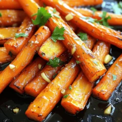 Für die Honig Knoblauch Gerösteten Karotten brauchst du folgende Zutaten: - 450 g frische Karotten, geschält und in Sticks geschnitten - 3 Esslöffel Honig - 3 Esslöffel Olivenöl - 4 Knoblauchzehen, fein gehackt - 1 Teelöffel getrockneter Thymian (oder 1 Esslöffel frischer Thymian) - Salz und Pfeffer nach Geschmack - Frische Petersilie zur Garnierung (optional) Diese Menge reicht für vier Portionen. Du kannst die Anzahl der Karotten anpassen, wenn du mehr oder weniger Gäste hast. Wenn du keinen Honig hast, kannst du Agavendicksaft verwenden. Das gibt den Karotten auch eine süße Note. Olivenöl kannst du durch Rapsöl ersetzen, wenn du möchtest. Für einen intensiveren Geschmack kannst du frischen Knoblauch benutzen. Anstelle von Thymian kannst du auch Rosmarin oder Oregano verwenden. Zu Beginn brauchst du frische Karotten. Ich empfehle, 450 g Karotten zu verwenden. Schäle sie und schneide sie in gleichmäßige Sticks. So werden sie gleichmäßig gar. Denke daran, dass die Größe wichtig ist. Kleinere Stücke rösten schneller und werden zarter. Jetzt machen wir die Marinade. Nimm eine große Schüssel. Gib 3 Esslöffel Honig und 3 Esslöffel Olivenöl hinein. Füge 4 fein gehackte Knoblauchzehen und 1 Teelöffel getrockneten Thymian hinzu. Mische alles gut. Rühre, bis die Marinade gleichmäßig aussieht. So sorgen wir für einen tollen Geschmack. Heize deinen Ofen auf 220°C vor. Gib die Karottensticks in die Schüssel mit der Marinade. Mische sie gut, bis alle Sticks bedeckt sind. Lege die Karotten gleichmäßig auf ein Backblech. Achte darauf, dass sie nicht übereinander liegen. So rösten sie gleichmäßig. Würze die Karotten mit Salz und Pfeffer. Schiebe das Blech in den Ofen. Röste die Karotten für etwa 25 bis 30 Minuten. Wende sie nach der Hälfte der Zeit. So werden sie schön karamellisiert. Nach dem Rösten lasse die Karotten kurz ruhen. Garniere sie mit frischer Petersilie, wenn du magst. Für das vollständige Rezept besuche [Full Recipe]. Um die perfekte Konsistenz zu bekommen, schneide die Karotten gleichmäßig. Dickere Stücke brauchen länger zum Rösten. Achte darauf, dass alle Stücke ähnlich groß sind. So garen sie gleichmäßig. Röste die Karotten bei hoher Temperatur. Das hilft, sie außen knusprig und innen zart zu machen. Wende die Karotten einmal während des Röstens, damit sie schön braun werden. Die Marinade macht den Unterschied. Honig und Knoblauch geben ein tolles Aroma. Füge frische Kräuter hinzu, um den Geschmack zu verstärken. Thymian passt perfekt zu Karotten. Du kannst auch andere Kräuter wie Rosmarin oder Oregano ausprobieren. Denke daran, die Karotten vor dem Rösten gut zu würzen. So ziehen die Aromen besser ein. Ein häufiger Fehler ist das Überladen des Backblechs. Wenn die Karotten zu nah beieinander liegen, dämpfen sie sich. So werden sie nicht knusprig. Ein weiterer Fehler ist, die Karotten nicht genug zu wenden. Wenn du sie nicht wendest, bräunen sie nicht gleichmäßig. Verliere nicht die Geduld beim Rösten. Lass sie genug Zeit im Ofen, um die perfekte Karamellisierung zu erreichen. Für das gesamte Rezept, schau dir die [Full Recipe] an. {{image_4}} Du kannst andere Gemüsesorten zu den Karotten hinzufügen. Brokkoli, Blumenkohl und Zucchini passen gut. Diese Gemüse bringen neue Farben und Texturen. Schneide sie in ähnliche Stücke wie die Karotten. Das sorgt für eine gleichmäßige Garzeit. Mische sie einfach in die Marinade und röstet sie zusammen. Das gibt deinem Gericht mehr Vielfalt und Geschmack. Wenn du eine vegane Option möchtest, ersetze den Honig. Verwende statt Honig Agavendicksaft oder Ahornsirup. Diese Süßstoffe haben einen ähnlichen Geschmack. Auch die Kombination mit Olivenöl bleibt gleich. Du kannst die Marinade wie im Rezept zubereiten. So bleibt der köstliche Geschmack erhalten, auch ohne tierische Produkte. Du kannst die Gewürze und Kräuter nach deinem Geschmack anpassen. Probiere Rosmarin für ein erdiges Aroma. Paprika sorgt für etwas Schärfe und Farbe. Du kannst auch Kreuzkümmel verwenden, um einen warmen Geschmack zu erhalten. Experimentiere mit verschiedenen Kräutern wie Basilikum oder Oregano. So schaffst du immer wieder neue Geschmackserlebnisse bei deinen gerösteten Karotten. Wenn du Reste von den Honig Knoblauch Gerösteten Karotten hast, bewahre sie in einem luftdichten Behälter auf. Stelle sicher, dass die Karotten gut abgekühlt sind, bevor du sie einpackst. So bleibt der Geschmack frisch und lecker. Um die gerösteten Karotten wieder aufzuwärmen, lege sie auf ein Backblech. Heize deinen Ofen auf 180°C (350°F) vor. Röste die Karotten für etwa 10 bis 15 Minuten, bis sie wieder warm sind. Dadurch bleiben sie knusprig und behalten ihren tollen Geschmack. Die gerösteten Karotten halten sich im Kühlschrank etwa 3 bis 5 Tage. Achte darauf, sie gut verpackt zu lassen. Wenn du sie länger aufbewahren möchtest, kannst du sie auch einfrieren. Im Gefrierbeutel halten sie sich bis zu 3 Monate. Die Karotten brauchen etwa 25 bis 30 Minuten im Ofen. Nach 15 Minuten wende sie um. So werden sie gleichmäßig gar und schön karamellisiert. Achte darauf, dass du sie in einer einzigen Schicht auf dem Blech ausbreitest. Überfüllte Bleche können dazu führen, dass die Karotten dampfen statt rösten. Ja, du kannst Honig durch Ahornsirup oder Agavendicksaft ersetzen. Diese Süßstoffe haben ähnliche Konsistenzen und bringen auch eine süße Note. Wenn du eine vegane Option suchst, ist Ahornsirup eine gute Wahl. In jedem Fall achte auf die Menge. Manchmal brauchst du etwas weniger, da andere Süßstoffe süßer sein können. Geröstete Karotten passen toll zu vielen Gerichten. Sie sind eine perfekte Beilage zu gebratenem Hähnchen oder Lamm. Auch zu Reis- oder Quinoasalaten sind sie großartig. Sie bringen Farbe und Geschmack auf jeden Tisch. Du kannst sie auch als Teil einer Gemüseteller-Variation nutzen. Probiere sie zu deinem nächsten Gericht aus dem Full Recipe! Die Zutaten für geröstete Karotten sind einfach und vielfältig. Wir haben die besten Mengen für vier Portionen sowie Alternativen besprochen. Die Schritt-für-Schritt-Anleitung macht das Kochen leicht. Tipps helfen, die perfekte Konsistenz und den besten Geschmack zu erreichen. Variationen zeigen, wie man das Gericht individuell gestalten kann. Die Lagerungshinweise bieten praktische Tipps für Reste. Geröstete Karotten sind lecker und vielseitig. Du wirst sie sicher immer wieder zubereiten wollen. Experimentiere und finde deinen Lieblingsstil!