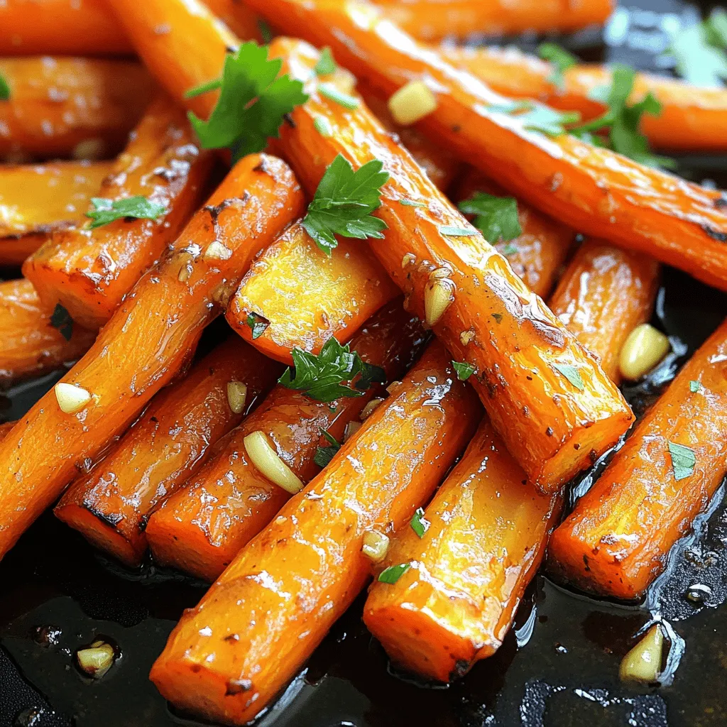 Für die Honig Knoblauch Gerösteten Karotten brauchst du folgende Zutaten: - 450 g frische Karotten, geschält und in Sticks geschnitten - 3 Esslöffel Honig - 3 Esslöffel Olivenöl - 4 Knoblauchzehen, fein gehackt - 1 Teelöffel getrockneter Thymian (oder 1 Esslöffel frischer Thymian) - Salz und Pfeffer nach Geschmack - Frische Petersilie zur Garnierung (optional) Diese Menge reicht für vier Portionen. Du kannst die Anzahl der Karotten anpassen, wenn du mehr oder weniger Gäste hast. Wenn du keinen Honig hast, kannst du Agavendicksaft verwenden. Das gibt den Karotten auch eine süße Note. Olivenöl kannst du durch Rapsöl ersetzen, wenn du möchtest. Für einen intensiveren Geschmack kannst du frischen Knoblauch benutzen. Anstelle von Thymian kannst du auch Rosmarin oder Oregano verwenden. Zu Beginn brauchst du frische Karotten. Ich empfehle, 450 g Karotten zu verwenden. Schäle sie und schneide sie in gleichmäßige Sticks. So werden sie gleichmäßig gar. Denke daran, dass die Größe wichtig ist. Kleinere Stücke rösten schneller und werden zarter. Jetzt machen wir die Marinade. Nimm eine große Schüssel. Gib 3 Esslöffel Honig und 3 Esslöffel Olivenöl hinein. Füge 4 fein gehackte Knoblauchzehen und 1 Teelöffel getrockneten Thymian hinzu. Mische alles gut. Rühre, bis die Marinade gleichmäßig aussieht. So sorgen wir für einen tollen Geschmack. Heize deinen Ofen auf 220°C vor. Gib die Karottensticks in die Schüssel mit der Marinade. Mische sie gut, bis alle Sticks bedeckt sind. Lege die Karotten gleichmäßig auf ein Backblech. Achte darauf, dass sie nicht übereinander liegen. So rösten sie gleichmäßig. Würze die Karotten mit Salz und Pfeffer. Schiebe das Blech in den Ofen. Röste die Karotten für etwa 25 bis 30 Minuten. Wende sie nach der Hälfte der Zeit. So werden sie schön karamellisiert. Nach dem Rösten lasse die Karotten kurz ruhen. Garniere sie mit frischer Petersilie, wenn du magst. Für das vollständige Rezept besuche [Full Recipe]. Um die perfekte Konsistenz zu bekommen, schneide die Karotten gleichmäßig. Dickere Stücke brauchen länger zum Rösten. Achte darauf, dass alle Stücke ähnlich groß sind. So garen sie gleichmäßig. Röste die Karotten bei hoher Temperatur. Das hilft, sie außen knusprig und innen zart zu machen. Wende die Karotten einmal während des Röstens, damit sie schön braun werden. Die Marinade macht den Unterschied. Honig und Knoblauch geben ein tolles Aroma. Füge frische Kräuter hinzu, um den Geschmack zu verstärken. Thymian passt perfekt zu Karotten. Du kannst auch andere Kräuter wie Rosmarin oder Oregano ausprobieren. Denke daran, die Karotten vor dem Rösten gut zu würzen. So ziehen die Aromen besser ein. Ein häufiger Fehler ist das Überladen des Backblechs. Wenn die Karotten zu nah beieinander liegen, dämpfen sie sich. So werden sie nicht knusprig. Ein weiterer Fehler ist, die Karotten nicht genug zu wenden. Wenn du sie nicht wendest, bräunen sie nicht gleichmäßig. Verliere nicht die Geduld beim Rösten. Lass sie genug Zeit im Ofen, um die perfekte Karamellisierung zu erreichen. Für das gesamte Rezept, schau dir die [Full Recipe] an. {{image_4}} Du kannst andere Gemüsesorten zu den Karotten hinzufügen. Brokkoli, Blumenkohl und Zucchini passen gut. Diese Gemüse bringen neue Farben und Texturen. Schneide sie in ähnliche Stücke wie die Karotten. Das sorgt für eine gleichmäßige Garzeit. Mische sie einfach in die Marinade und röstet sie zusammen. Das gibt deinem Gericht mehr Vielfalt und Geschmack. Wenn du eine vegane Option möchtest, ersetze den Honig. Verwende statt Honig Agavendicksaft oder Ahornsirup. Diese Süßstoffe haben einen ähnlichen Geschmack. Auch die Kombination mit Olivenöl bleibt gleich. Du kannst die Marinade wie im Rezept zubereiten. So bleibt der köstliche Geschmack erhalten, auch ohne tierische Produkte. Du kannst die Gewürze und Kräuter nach deinem Geschmack anpassen. Probiere Rosmarin für ein erdiges Aroma. Paprika sorgt für etwas Schärfe und Farbe. Du kannst auch Kreuzkümmel verwenden, um einen warmen Geschmack zu erhalten. Experimentiere mit verschiedenen Kräutern wie Basilikum oder Oregano. So schaffst du immer wieder neue Geschmackserlebnisse bei deinen gerösteten Karotten. Wenn du Reste von den Honig Knoblauch Gerösteten Karotten hast, bewahre sie in einem luftdichten Behälter auf. Stelle sicher, dass die Karotten gut abgekühlt sind, bevor du sie einpackst. So bleibt der Geschmack frisch und lecker. Um die gerösteten Karotten wieder aufzuwärmen, lege sie auf ein Backblech. Heize deinen Ofen auf 180°C (350°F) vor. Röste die Karotten für etwa 10 bis 15 Minuten, bis sie wieder warm sind. Dadurch bleiben sie knusprig und behalten ihren tollen Geschmack. Die gerösteten Karotten halten sich im Kühlschrank etwa 3 bis 5 Tage. Achte darauf, sie gut verpackt zu lassen. Wenn du sie länger aufbewahren möchtest, kannst du sie auch einfrieren. Im Gefrierbeutel halten sie sich bis zu 3 Monate. Die Karotten brauchen etwa 25 bis 30 Minuten im Ofen. Nach 15 Minuten wende sie um. So werden sie gleichmäßig gar und schön karamellisiert. Achte darauf, dass du sie in einer einzigen Schicht auf dem Blech ausbreitest. Überfüllte Bleche können dazu führen, dass die Karotten dampfen statt rösten. Ja, du kannst Honig durch Ahornsirup oder Agavendicksaft ersetzen. Diese Süßstoffe haben ähnliche Konsistenzen und bringen auch eine süße Note. Wenn du eine vegane Option suchst, ist Ahornsirup eine gute Wahl. In jedem Fall achte auf die Menge. Manchmal brauchst du etwas weniger, da andere Süßstoffe süßer sein können. Geröstete Karotten passen toll zu vielen Gerichten. Sie sind eine perfekte Beilage zu gebratenem Hähnchen oder Lamm. Auch zu Reis- oder Quinoasalaten sind sie großartig. Sie bringen Farbe und Geschmack auf jeden Tisch. Du kannst sie auch als Teil einer Gemüseteller-Variation nutzen. Probiere sie zu deinem nächsten Gericht aus dem Full Recipe! Die Zutaten für geröstete Karotten sind einfach und vielfältig. Wir haben die besten Mengen für vier Portionen sowie Alternativen besprochen. Die Schritt-für-Schritt-Anleitung macht das Kochen leicht. Tipps helfen, die perfekte Konsistenz und den besten Geschmack zu erreichen. Variationen zeigen, wie man das Gericht individuell gestalten kann. Die Lagerungshinweise bieten praktische Tipps für Reste. Geröstete Karotten sind lecker und vielseitig. Du wirst sie sicher immer wieder zubereiten wollen. Experimentiere und finde deinen Lieblingsstil!