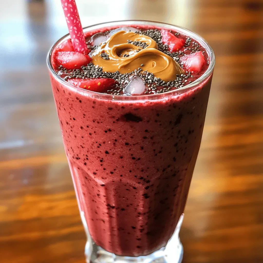 Für meinen Schokoladen-Erdbeer-Protein-Smoothie brauchen wir: - 1 reife Banane - 1 Tasse frische Erdbeeren, geputzt - 1 Tasse ungesüßte Mandelmilch (oder eine Milch nach Wahl) - 1 Kaffeelöffel Schokoladen-Protein-Pulver - 1 Esslöffel Mandelbutter - 1 Esslöffel Chiasamen - 1 Teelöffel Honig oder Ahornsirup (optional) - Eiswürfel (nach Bedarf) Jede Zutat hat ihren eigenen Vorteil. - Banane: Sie gibt Energie und hilft beim Sättigungsgefühl. - Erdbeeren: Diese Beeren sind reich an Vitamin C und Antioxidantien. - Mandelmilch: Sie ist kalorienarm und enthält gesunde Fette. - Schokoladen-Protein-Pulver: Es unterstützt den Muskelaufbau und gibt einen leckeren Schokoladengeschmack. - Mandelbutter: Diese Nussbutter bietet gesunde Fette und Proteine. - Chiasamen: Sie sind voller Ballaststoffe und Omega-3-Fettsäuren. - Honig oder Ahornsirup: Diese Süßungsmittel sind natürlicher als Zucker. - Eiswürfel: Sie helfen, den Smoothie kalt und erfrischend zu halten. Es ist wichtig, Alternativen zu finden, wenn man Allergien hat oder eine spezielle Diät befolgt. - Banane: Stattdessen können Sie auch eine Avocado verwenden. - Erdbeeren: Sie können andere Beeren wie Himbeeren oder Blaubeeren nutzen. - Mandelmilch: Sojamilch oder Hafermilch sind gute Alternativen. - Mandelbutter: Erdnussbutter oder Sonnenblumenkernbutter sind ebenfalls Optionen. - Chiasamen: Leinsamen können sie ersetzen. - Honig: Verwenden Sie Agavendicksaft als vegane Option. Mit diesen Zutaten und Alternativen wird Ihr Smoothie sowohl lecker als auch gesund! Die Vorbereitungszeit für den Schokoladen-Erdbeer-Protein-Smoothie ist nur 10 Minuten. Das ist schnell und einfach! Beginne mit frischen Zutaten. Achte darauf, dass die Erdbeeren sauber und reif sind. Eine reife Banane sorgt für natürlichen Süßgeschmack. Verwende einen starken Mixer für die beste Konsistenz. Das hilft, die Zutaten gut zu vermischen und klumpige Stücke zu vermeiden. 1. Lege die reife Banane, die frischen Erdbeeren und die Mandelmilch in den Mixer. 2. Füge das Schokoladen-Protein-Pulver, die Mandelbutter und die Chiasamen hinzu. 3. Wenn du möchtest, gib den Honig oder den Ahornsirup dazu. 4. Mixe alles auf hoher Stufe, bis die Mischung glatt und cremig ist. 5. Wenn du eine dickere Konsistenz magst, füge einige Eiswürfel hinzu und mixe erneut. 6. Probiere den Smoothie und passe die Süße nach deinem Geschmack an. 7. Gieße den Smoothie in Gläser und dekoriere ihn mit frischen Erdbeeren. Die Konsistenz ist wichtig für den Genuss deines Smoothies. Wenn er zu dick ist, füge mehr Mandelmilch hinzu. Ist er zu dünn? Dann mische mehr Eiswürfel unter. Für die Süße kannst du Honig oder Ahornsirup verwenden. Probiere es aus und finde die perfekte Balance für deinen Geschmack. Jeder hat andere Vorlieben, also experimentiere! Ein häufiger Fehler beim Mixen ist, zu viele feste Zutaten zu verwenden. Das macht es schwer, alles gut zu vermengen. Achte darauf, genug Flüssigkeit hinzuzufügen. Ein weiteres Problem ist die falsche Reihenfolge beim Mixen. Beginne immer mit der Flüssigkeit, gefolgt von weichen Zutaten. So zerkleinern die Klingen die Zutaten besser. Um den Geschmack zu verbessern, kannst du verschiedene Süßungsmittel ausprobieren. Honig ist eine gute Wahl, aber auch Agavendicksaft passt gut. Wenn du einen intensiveren Schokoladengeschmack willst, füge mehr Proteinpulver hinzu. Für eine fruchtigere Note können gefrorene Früchte verwendet werden. Diese machen deinen Smoothie auch kälter und erfrischender. Die richtige Technik beim Mischen ist wichtig. Starte mit niedriger Geschwindigkeit, um die Zutaten zu vermengen. Danach erhöhe die Geschwindigkeit, bis alles glatt ist. Wenn du Eiswürfel hinzufügst, gib sie zuletzt hinein. Mixe sie kurz, dann hast du eine cremige Konsistenz. Übermixen kann jedoch dazu führen, dass der Smoothie dünn wird. Mixe nur so lange, bis alles gut vermischt ist. {{image_4}} Wenn Sie Abwechslung wollen, probieren Sie andere Früchte. Anstelle von Erdbeeren können Sie Himbeeren oder Bananen verwenden. Diese Früchte bringen fruchtige Aromen. Für einen tropischen Touch, fügen Sie Ananas oder Mango hinzu. Diese Alternativen machen den Smoothie frisch und lecker. Sie können viele Zutaten hinzufügen, um den Nährwert zu steigern. Spinat ist eine großartige Wahl. Er hat viele Vitamine und macht den Smoothie grün. Für mehr Protein können Sie griechischen Joghurt oder Erdnussbutter verwenden. Chiasamen sind auch gesund. Sie sind reich an Omega-3-Fettsäuren und Ballaststoffen. Um den Smoothie vegan zu machen, verwenden Sie pflanzliche Milch. Mandelmilch ist besonders lecker. Achten Sie darauf, ein pflanzliches Protein-Pulver zu wählen. Für glutenfreie Optionen sind alle Zutaten sicher. Stellen Sie sicher, dass die verwendeten Produkte glutenfrei sind. So bleibt der Smoothie für alle geeignet. Um den Schokoladen-Erdbeer-Protein-Smoothie aufzubewahren, fülle ihn in einen luftdichten Behälter. Verwende ein Glas oder eine Plastikflasche. Achte darauf, dass der Behälter gut verschlossen ist, um die Frische zu bewahren. Stelle den Behälter in den Kühlschrank. So bleibt der Smoothie bis zu zwei Tage frisch. Die Frische des Smoothies hängt von den Zutaten ab. Frische Erdbeeren und Bananen geben dem Smoothie einen tollen Geschmack. Im Kühlschrank hält er sich etwa 48 Stunden. Nach dieser Zeit kann der Smoothie seine Cremigkeit verlieren und wässrig werden. Um die beste Qualität zu genießen, trinke ihn so schnell wie möglich. Falls du Reste hast, gibt es viele Möglichkeiten, sie zu nutzen. Du kannst den Smoothie in ein Eiswürfelfach gießen und einfrieren. Diese Eiswürfel sind perfekt für andere Smoothies oder Shakes. Du kannst sie auch in Joghurt oder Haferflocken mischen. So gibst du deinen Gerichten einen leckeren Geschmack. Der Nährwert variiert je nach Zutaten. Dieser Smoothie hat viele Nährstoffe. Eine Portion enthält etwa: - 200 Kalorien - 5 g Protein - 8 g Fett - 30 g Kohlenhydrate - 5 g Ballaststoffe Die Banane liefert Kalium. Erdbeeren bieten Vitamin C. Mandelmilch hat wenig Kalorien. Mandelbutter gibt gesunde Fette. Chiasamen fügen Omega-3 hinzu. Diese Nährstoffe helfen Ihnen, fit zu bleiben. Ja, Sie können diesen Smoothie im Voraus machen. Er bleibt etwa 24 Stunden frisch im Kühlschrank. Verwenden Sie einen luftdichten Behälter. Rühren Sie vor dem Trinken gut um. Wenn der Smoothie zu dick wird, fügen Sie etwas Mandelmilch hinzu. Das spart Zeit am Morgen. Ja, dieser Smoothie ist gut für viele Diäten. Er ist nahrhaft und sättigend. Die Zutaten sind gesund und leicht. Sie können den Honig weglassen, um Zucker zu sparen. Er ist auch vegan, wenn Sie pflanzliche Milch verwenden. Achten Sie auf die Portionen, um die Kalorien zu kontrollieren. Der Schokoladen-Erdbeer-Protein-Smoothie ist einfach zu machen und nährstoffreich. Wir haben die Zutaten und ihre Vorteile klar dargestellt. Du hast auch Tipps zur Zubereitung und Aufbewahrung erhalten. Variationen helfen, neue Geschmackserlebnisse zu entdecken. Nutze die häufigsten Fehlerquellen, um deinen Smoothie zu perfektionieren. Ob für einen schnellen Snack oder eine gesunde Mahlzeit, dieser Smoothie ist eine tolle Wahl. Experimentiere und finde deine eigene perfekte Mischung!