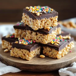 - 3 Tassen Rice Krispies-Getreide - 1 Tasse cremige Erdnussbutter - 1 Tasse Honig oder Ahornsirup - 1 Tasse halbherbe Schokoladenstückchen - 1 Teelöffel Vanilleextrakt - Eine Prise Salz - Optionale Toppings: zerdrückte Erdnüsse, Mini-Schokoladenstückchen oder bunte Streusel Um die besten Rice Krispie Riegel zu machen, wähle hochwertige Zutaten. Nutze cremige Erdnussbutter, die gut schmeckt und leicht zu vermischen ist. Achte darauf, dass die Schokoladenstückchen von guter Qualität sind. Sie machen den Riegel besonders lecker. Honig oder Ahornsirup gibt dem Riegel die richtige Süße. Du kannst auch Bio-Zutaten wählen, wenn du Wert auf Nachhaltigkeit legst. Wenn du Allergien hast, gibt es einfache Alternativen. Verwende Mandelbutter oder Sonnenblumenbutter anstelle von Erdnussbutter. Für Glutenunverträglichkeit kannst du glutenfreie Rice Krispies nutzen. Anstelle von Honig kannst du Agavendicksaft verwenden, was auch vegan ist. Achte darauf, die Zutaten gut zu lesen, um allergene Stoffe zu vermeiden. So kannst du diese leckeren Riegel sicher genießen! Zuerst nehme ich einen mittelgroßen Topf. Ich gebe die cremige Erdnussbutter und den Honig oder Ahornsirup hinein. Bei mittlerer Hitze rühre ich die Mischung für 2-3 Minuten. Das Ziel ist eine glatte, gut kombinierte Masse. Danach nehme ich den Topf vom Herd. Jetzt füge ich einen Teelöffel Vanilleextrakt und eine Prise Salz hinzu. Diese Zutaten bringen den Geschmack richtig zur Geltung. In einer großen Rührschüssel gebe ich nun die Rice Krispies. Die warme Erdnussbuttermischung gieße ich gleichmäßig über die Rice Krispies. Mit einem großen Löffel oder den Händen vermenge ich alles gut. Es ist wichtig, dass alle Rice Krispies gut beschichtet sind. So schmecken die Riegel später besser. Für die Schokolade nehme ich eine mikrowellengeeignete Schüssel. Ich gebe die Schokoladenstückchen hinein. In der Mikrowelle schmelze ich die Schokolade in 30-Sekunden-Intervallen. Nach jedem Intervall rühre ich um. Wenn die Schokolade glatt ist, gieße ich sie über die Rice Krispies-Mischung. Mit einem Spatel verteile ich die Schokolade gleichmäßig. Optional streue ich zerdrückte Erdnüsse oder Mini-Schokoladenstückchen darauf. Jetzt lasse ich die Riegel 30 Minuten bei Raumtemperatur abkühlen. Danach stelle ich sie für eine Stunde in den Kühlschrank. Nach dem Festwerden schneide ich die Riegel in Quadrate oder Rechtecke. Um die Riegel perfekt zusammenzuhalten, drücken Sie die Mischung fest in die Form. Nutzen Sie einen Spatel oder Ihre Hände. Achten Sie darauf, dass alles gut gepresst ist. Wenn die Mischung locker ist, brechen die Riegel leicht. Eine gleichmäßige Schicht der Erdnussbuttermischung hilft auch. Die Wärme der Mischung sorgt dafür, dass alles gut haftet. Die Dekoration macht Ihre Riegel besonders. Sie können zerdrückte Erdnüsse oder Mini-Schokoladenstückchen verwenden. Bunte Streusel bringen Farbe und Freude. Experimentieren Sie mit verschiedenen Toppings. Zum Beispiel können Sie Kokosflocken oder getrocknete Früchte hinzufügen. Diese zusätzlichen Zutaten geben den Riegeln einen neuen Geschmack und eine schöne Optik. Ein häufiger Fehler ist, die Mischung nicht fest genug zu drücken. Das führt dazu, dass die Riegel auseinanderfallen. Auch das Schmelzen der Schokolade kann schiefgehen. Achten Sie darauf, in kurzen Intervallen zu schmelzen, um Verbrennungen zu verhindern. Ein weiterer Fehler ist, die Riegel nicht ausreichend abkühlen zu lassen. Lassen Sie sie immer mindestens eine Stunde im Kühlschrank, um die beste Konsistenz zu erreichen. {{image_4}} Für eine glutenfreie Version können Sie glutenfreie Rice Krispies verwenden. Diese sind leicht erhältlich und bieten den gleichen knusprigen Biss. Wenn Sie die Riegel vegan machen möchten, ersetzen Sie Honig durch Ahornsirup. Achten Sie auch darauf, dass die Schokoladenstückchen vegan sind. Viele Marken bieten jetzt pflanzliche Optionen an. So genießen Sie diese Riegel ohne tierische Produkte. Um den Geschmack zu variieren, können Sie verschiedene Zutaten hinzufügen. Zum Beispiel können Sie Zimt oder Kakaopulver in die Erdnussbuttermischung geben. Auch ein wenig Kokosnuss kann spannend sein. Zerdrückte Erdnüsse oder Mini-Schokoladenstückchen als Topping machen die Riegel noch leckerer. Experimentieren Sie mit verschiedenen Nüssen oder Trockenfrüchten für zusätzliche Textur und Geschmack. Mini-Riegel sind perfekt für Partys oder besondere Anlässe. Verwenden Sie eine kleinere Backform, um kleine, handliche Stücke zu machen. Diese Riegel können auch in hübsche Verpackungen gewickelt werden. So machen Sie eine schöne Präsentation für Ihre Gäste. Sie sind leicht zu teilen und jeder kann sich ein Stück nehmen. Um die Erdnussbutter-Schokoladen-Rice-Krispie-Riegel frisch zu halten, bewahre sie in einem luftdichten Behälter auf. Stelle den Behälter an einem kühlen, trockenen Ort. Vermeide direkte Sonneneinstrahlung. So bleibt die Textur knusprig und der Geschmack lecker. Die Riegel halten sich bei richtiger Lagerung bis zu einer Woche. Wenn du sie im Kühlschrank aufbewahrst, kannst du die Haltbarkeit auf bis zu zwei Wochen verlängern. Achte darauf, dass der Behälter gut verschlossen ist, um Feuchtigkeit zu vermeiden. Wenn du die Riegel länger aufbewahren möchtest, kannst du sie einfrieren. Schneide sie in Portionen und lege sie in einen gefrierfesten Behälter. Trenne die Riegel mit Backpapier, um ein Zusammenkleben zu verhindern. Zum Auftauen nimm die Riegel einfach aus dem Gefrierfach und lasse sie bei Raumtemperatur stehen. Nach etwa 30 Minuten sind sie bereit zum Genießen. Die Erdnussbutter-Schokoladen-Rice-Krispie-Riegel sind bis zu einer Woche haltbar. Bewahre sie in einem luftdichten Behälter auf. So bleiben sie frisch und lecker. Wenn du sie im Kühlschrank lagerst, halten sie bis zu zehn Tage. Achte darauf, dass sie gut verpackt sind, damit sie nicht austrocknen. Ja, du kannst andere Getreide verwenden, wenn du magst. Cornflakes sind eine gute Wahl. Sie geben einen anderen Geschmack und eine andere Textur. Du kannst auch puffierten Reis oder Haferflocken nehmen. Achte darauf, die Menge gleich zu halten, damit die Riegel gut zusammenhalten. Wenn du keine Erdnussbutter verwenden kannst, probiere Mandelbutter oder Cashewbutter. Diese Nussbutter haben ähnliche Texturen und Geschmäcker. Für eine nussfreie Option nutze Sonnenblumenbutter. Sie ist cremig und gibt den Riegeln einen tollen Geschmack. In diesem Artikel haben wir die Grundlagen für köstliche Erdnussbutter-Schokoladen-Rice-Krispie-Riegel behandelt. Wir haben die besten Zutaten ausgewählt und Alternativen für Allergiker vorgeschlagen. Die Schritt-für-Schritt-Anleitung zeigt, wie du die Riegel perfekt zubereitest. Mit Tipps und Variationen kannst du die Riegel anpassen und dekorieren. Zum Schluss erfährst du, wie du die Riegel richtig lagerst. Nutze diese Tipps, um leckere Snacks herzustellen, die jedem schmecken!