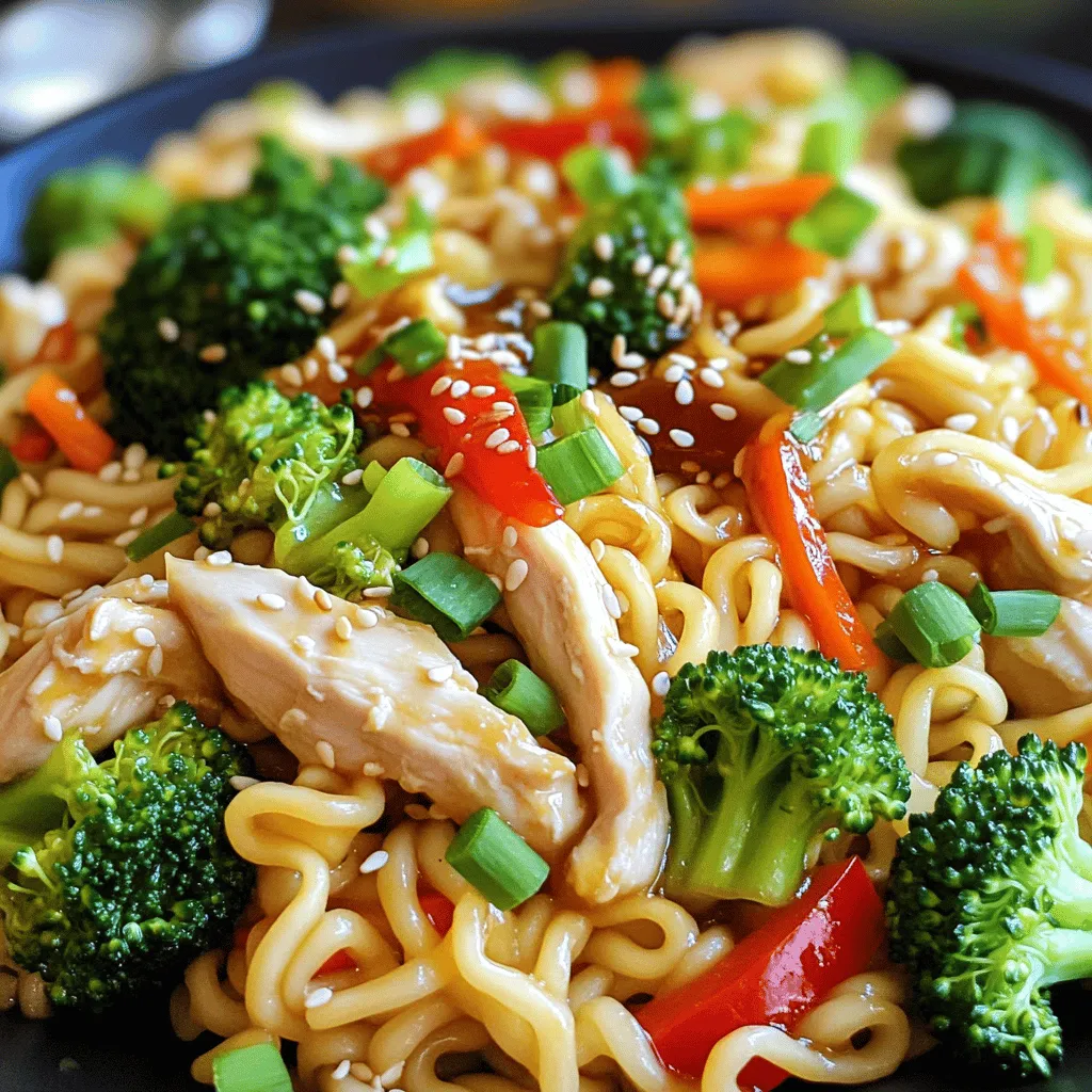 - 2 Hähnchenbrustfilets, ohne Haut und Knochen, dünn geschnitten - 225 g Eiernudeln (oder Nudeln nach Wahl) - 1 Tasse Brokkoliröschen - 1 rote Paprika, in Streifen geschnitten - 1 Karotte, in feine Streifen geschnitten (Julienne) Die Hauptzutaten sind einfach zu finden. Hähnchenbrustfilets sind mager und gesund. Eiernudeln bringen eine weiche Textur ins Gericht. Gemüse sorgt für Farbe und Nährstoffe. Brokkoli, Paprika und Karotten geben einen knackigen Biss. - 2 Esslöffel Sesamöl - 3 Esslöffel Sojasauce - 1 Esslöffel Honig - 1 Esslöffel frischer Ingwer, gerieben - 2 Knoblauchzehen, gehackt Die Gewürze und Öle bringen viel Geschmack. Sesamöl hat ein nussiges Aroma. Sojasauce sorgt für einen salzigen Kick. Honig fügt eine süße Note hinzu. Ingwer und Knoblauch geben Frische und Tiefe. Diese Zutaten machen das Gericht besonders lecker. - Sesamsamen - 2 Frühlingszwiebeln, in Ringe geschnitten Die Dekoration bringt das Gericht zum Strahlen. Sesamsamen fügen Crunch hinzu. Frühlingszwiebeln bringen Frische und Farbe. Diese kleinen Details machen dein Gericht noch ansprechender. So sieht dein Essen nicht nur gut aus, sondern schmeckt auch fantastisch! Kochen Sie die Eiernudeln in einem großen Topf mit gesalzenem Wasser. Bringen Sie das Wasser zum Kochen. Fügen Sie die Nudeln hinzu und kochen Sie sie nach Packungsanweisung, bis sie al dente sind. Seihen Sie die Nudeln ab und stellen Sie sie beiseite. Bereiten Sie die Marinade vor. Mischen Sie die geschnittenen Hähnchenbrustfilets mit der Hälfte der Sojasauce und der Hälfte des Sesamöls in einer Schüssel. Lassen Sie das Hähnchen für etwa 5 Minuten marinieren, während Sie das Gemüse vorbereiten. Erhitzen Sie eine große Pfanne oder einen Wok bei mittlerer bis hoher Hitze. Geben Sie das restliche Sesamöl hinein. Sobald das Öl heiß ist, fügen Sie das marinierte Hähnchen hinzu. Braten Sie das Hähnchen 5 bis 7 Minuten lang, bis es goldbraun und durchgegart ist. Nehmen Sie das Hähnchen aus der Pfanne und stellen Sie es beiseite. In derselben Pfanne fügen Sie den geriebenen Ingwer und den gehackten Knoblauch hinzu. Braten Sie sie etwa 30 Sekunden lang an, bis die Aromen freigesetzt werden. Danach geben Sie den Brokkoli, die Paprika und die Karotte hinzu. Braten Sie alles 3 bis 4 Minuten lang, bis das Gemüse zart, aber noch knackig ist. Fügen Sie die gekochten Nudeln zurück in die Pfanne zu dem Gemüse. Geben Sie die restliche Sojasauce und den Honig hinzu. Vermischen Sie alles gut. Kochen Sie es weitere 2 bis 3 Minuten, bis alles gut durchgewärmt ist. Geben Sie das Hähnchen zurück in die Pfanne und rühren Sie alles gut um. Garnieren Sie das Gericht mit den geschnittenen Frühlingszwiebeln und einer Prise Sesamsamen. Die Marinade bringt viel Geschmack in dein Hähnchen. Du kannst mehr Aromen hinzufügen. Zum Beispiel, füge eine Prise Chili oder etwas Limettensaft hinzu. Das gibt der Marinade eine frische Note. Lasse das Hähnchen mindestens fünf Minuten marinieren. So zieht der Geschmack tief ein. Für noch mehr Geschmack, mariniere das Hähnchen länger, bis zu einer Stunde, im Kühlschrank. Eiernudeln sind toll, aber du kannst auch andere Sorten benutzen. Probier Reisnudeln oder sogar Vollkornnudeln. Diese Alternativen sind gesund und lecker. Wenn du glutenfrei isst, wähle Reisnudeln. Sie passen gut zu den Aromen des Gerichts. Achte darauf, die Kochzeit anzupassen, damit die Nudeln perfekt al dente sind. Das Gemüse kann variieren, je nach Saison und Vorlieben. Brokkoli, Paprika und Karotten sind frisch und knackig. Du kannst auch Zucchini oder Erbsen hinzufügen. Diese Gemüse sind gesund und bringen Farbe ins Gericht. Nutze, was gerade verfügbar ist. So bleibst du kreativ und gesund. Denk daran, das Gemüse nicht zu lange zu kochen. Es soll frisch und knackig bleiben. {{image_4}} Wenn du eine vegetarische Option möchtest, nutze Tofu oder Tempeh anstelle von Hähnchen. Tofu hat eine tolle Textur und nimmt den Geschmack gut auf. Tempeh ist ebenfalls eine gute Wahl. Es hat mehr Protein und einen nussigen Geschmack. Beide Optionen sind einfach zuzubereiten. Schneide sie in kleine Stücke und mariniere sie wie das Hähnchen. Brate sie dann in der Pfanne an, bis sie goldbraun sind. Möchtest du es schärfer? Füge Chilipaste oder frische Chilischoten hinzu. Chilipaste gibt dem Gericht einen tiefen, würzigen Geschmack. Frische Chilischoten bringen ein knuspriges Element. Du kannst die Schärfe nach deinem Geschmack anpassen. Beginne mit einer kleinen Menge und taste dich dann voran. So wird dein Gericht genau richtig für dich. Die Ergänzung von Erdnüssen oder Cashewkernen gibt dem Gericht einen tollen Crunch. Die Nüsse fügen auch gesunde Fette hinzu. Röstest du die Nüsse leicht in der Pfanne, wird ihr Geschmack noch intensiver. Streue sie einfach über das fertige Gericht. So erhältst du eine schöne Textur und einen köstlichen Geschmack. Wenn du Reste von den Minute Sesam Ingwer Hähnchen Nudeln hast, lagere sie in einem luftdichten Behälter. Lass die Nudeln zuerst auf Raumtemperatur abkühlen. Stelle sicher, dass der Behälter sauber ist. So bleiben die Aromen frisch und die Nudeln weich. Die Reste sind im Kühlschrank bis zu drei Tage haltbar. Nach dieser Zeit können die Aromen verblassen. Achte darauf, die Nudeln vor dem Verzehr gut zu prüfen. Wenn sie komisch riechen oder die Farbe verändert haben, wirf sie weg. Um die Nudeln wieder aufzuwärmen, benutze eine Pfanne. Füge etwas Sesamöl oder Wasser hinzu, um sie nicht trocken werden zu lassen. Erhitze sie bei mittlerer Hitze. Rühre oft um, damit sie gleichmäßig warm werden. Du kannst auch die Mikrowelle verwenden. Stelle die Nudeln in eine mikrowellengeeignete Schüssel und decke sie ab. Erhitze sie in kurzen Intervallen. So bleiben sie saftig und lecker. Die gesamte Zubereitungszeit für dieses Rezept beträgt nur 30 Minuten. Die Vorbereitungszeit ist schnell. Du brauchst etwa 10 Minuten, um alles vorzubereiten. Dann kochst du die Nudeln und brätst das Hähnchen und das Gemüse für weitere 20 Minuten. So bekommst du ein leckeres Gericht in kurzer Zeit. Ja, du kannst dieses Rezept im Voraus vorbereiten. Marinier das Hähnchen und schneide das Gemüse einen Tag vorher. Lagere alles in Kühlschrank. Wenn du bereit bist zu kochen, koche einfach die Nudeln und brate die Zutaten. Du sparst Zeit und kannst schnell ein gutes Essen machen. Für Beilagen passen viele Optionen gut. Du könntest gedämpften Reis oder einen frischen Salat servieren. Auch gedämpftes Gemüse ist eine gute Wahl. So hast du eine schöne, bunte Mahlzeit auf dem Tisch. Dieses Rezept für Sesam-Ingwer-Hähnchen-Nudeln steht jetzt bereit. Du hast gelernt, welche Zutaten wichtig sind und wie du sie zubereitest. Die Ideen für Variationen geben dir neue Möglichkeiten. Nutze die Tipps für mehr Geschmack und nahrhafte Anpassungen. Achte auch auf die Aufbewahrung, damit du Reste lange genießen kannst. Nutze die FAQs, um deine Fragen zu klären. Probiere dieses Gericht aus und bringe Abwechslung auf deinen Tisch. Kochen macht Spaß und dieses Gericht ist einfach und schnell!