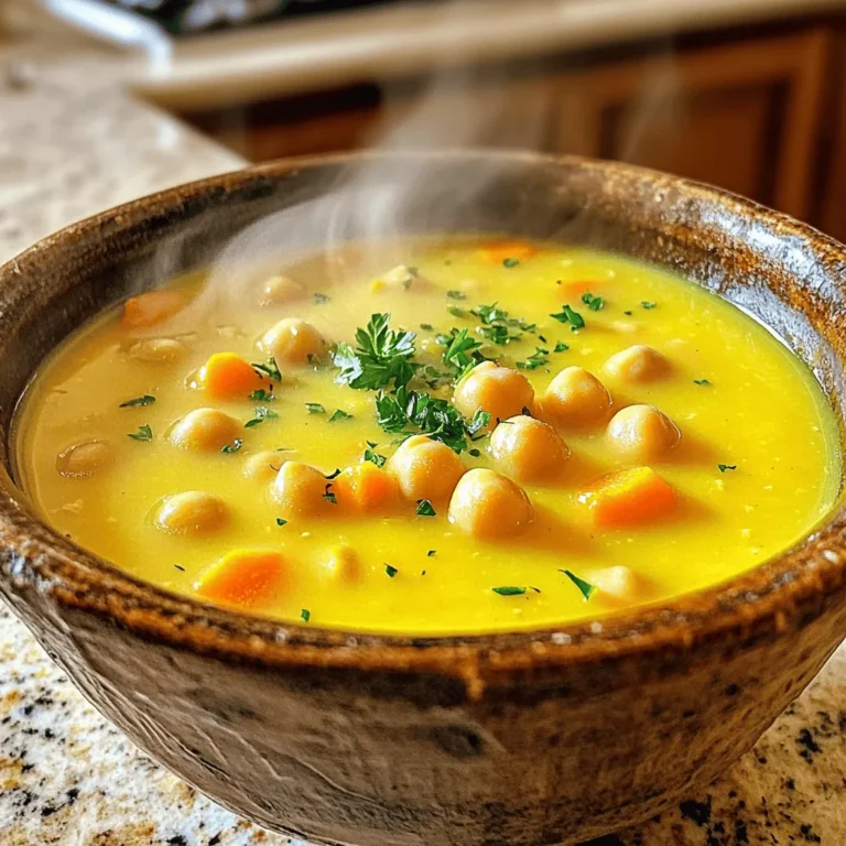 - 1 Dose (425 g) Kichererbsen, abgetropft und abgespült - 1 mittelgroße Zwiebel, gewürfelt - 3 Zehen Knoblauch, fein gehackt Die Kichererbsen sind die Hauptquelle von Protein in der Suppe. Sie geben der Suppe auch eine schöne Textur. Die Zwiebel bringt einen süßen Geschmack. Sie sorgt für eine gute Basis. Der Knoblauch fügt einen starken und würzigen Geschmack hinzu. Zusammen machen diese Zutaten die Suppe lecker und nahrhaft. - 2 große Karotten, gewürfelt - 2 Stangen Sellerie, gewürfelt - 1 Teelöffel Kreuzkümmel - 1 Teelöffel Paprika - 1 Lorbeerblatt - Salz und Pfeffer nach Geschmack Karotten und Sellerie bringen Frische und Farbe in die Suppe. Sie machen sie auch gesünder. Kreuzkümmel und Paprika geben der Suppe einen warmen Geschmack. Das Lorbeerblatt rundet die Aromen ab und sorgt für Tiefe. Mit Salz und Pfeffer können Sie die Suppe perfekt abschmecken. - 1 Liter Gemüsebrühe - 240 ml Wasser - 2 Esslöffel Olivenöl Die Gemüsebrühe bringt viel Geschmack und Nährstoffe. Wasser hilft, die richtige Konsistenz zu erreichen. Das Olivenöl sorgt für einen reichen, herzhaften Geschmack. Es hilft auch, die Aromen der anderen Zutaten zu verbinden. Diese Flüssigkeiten sind wichtig für die perfekte Suppe. - Schneide die Zwiebel, Karotten und Sellerie klein. - Hacke den Knoblauch fein. Zuerst bereite ich das Gemüse vor. Ich finde, frisches Gemüse macht die Suppe besser. Zwiebeln geben einen tollen Geschmack. Karotten bringen Süße. Sellerie sorgt für eine schöne Textur. Knoblauch verleiht der Suppe einen starken Geschmack. Ich benutze einen scharfen Messer, um alles gleichmäßig zu schneiden. - Schwitze das Gemüse in Olivenöl an. - Füge die Kichererbsen und Brühe hinzu. Ich erhitze das Olivenöl in einem großen Topf. Dann gebe ich die Zwiebel, Karotten und Sellerie hinein. Das Gemüse brate ich für etwa fünf bis sieben Minuten. Es sollte weich werden und duften. Danach kommt der Knoblauch dazu. Ich brate ihn kurz an, bis er aromatisch ist. Jetzt füge ich die Kichererbsen, Gemüsebrühe und Wasser hinzu. Der Saft und die Schale der Zitrone kommen auch rein. Ich würze die Mischung mit Kreuzkümmel, Paprika, Salz und Pfeffer. Jetzt lasse ich alles kochen und dann köcheln. - Entferne das Lorbeerblatt. - Püriere die Suppe nach Wunsch. Nach zwanzig Minuten nehme ich das Lorbeerblatt heraus. Nun ist es Zeit zu pürieren. Ich benutze einen Stabmixer für die Suppe. Manche mögen sie glatt, andere stückig. Ich püriere sie so, wie ich sie mag. Wenn du eine cremigere Suppe willst, püriere länger. Jetzt probiere ich die Suppe. Ich passe den Geschmack mit mehr Salz, Pfeffer oder Zitronensaft an. Um das Aroma der Zitronen-Knoblauch-Kichererbsensuppe zu verbessern, können Sie frische Kräuter verwenden. Petersilie oder Koriander geben der Suppe einen frischen Kick. Hacken Sie die Kräuter grob und fügen Sie sie am Ende der Kochzeit hinzu. Zusätzlich können Sie auch verschiedene Gemüsesorten einbringen. Zucchini, Spinat oder Paprika passen gut zu dieser Suppe. Diese Zutaten bringen neue Texturen und Farben ins Spiel. Die Konsistenz der Suppe ist wichtig. Wenn Sie die Suppe pürieren, benutzen Sie einen Stabmixer. Pürieren Sie die Suppe, bis sie die gewünschte Textur hat. Für eine cremige Suppe pürieren Sie sie vollständig. Wenn die Suppe zu dick ist, fügen Sie mehr Wasser oder Brühe hinzu. Mögen Sie es dünner, können Sie die Flüssigkeitsmenge einfach anpassen. Testen Sie die Suppe, um die perfekte Konsistenz zu finden. Servieren Sie die Suppe mit frischem Brot oder knusprigen Croûtons. Diese Beilagen verleihen zusätzlichen Biss und Geschmack. Für Gäste können Sie die Suppe schön anrichten. Nutzen Sie eine Schale und garnieren Sie mit frischer Petersilie. Ein Spritzer Zitronensaft über die fertige Suppe bringt die Aromen zum Strahlen. Lassen Sie Ihre Gäste die Suppe genießen, indem Sie sie ansprechend präsentieren. {{image_4}} Für eine andere Proteinquelle können Sie Linsen verwenden. Diese kleinen Hülsenfrüchte sind reich an Nährstoffen. Sie passen gut zur Suppe und machen sie nahrhaft. Kochen Sie die Linsen einfach zusammen mit den Kichererbsen. Eine andere Option ist die Zugabe von Tofu oder Hähnchen. Tofu macht die Suppe vegan und gibt eine tolle Textur. Wenn Sie Hähnchen verwenden möchten, fügen Sie es früh hinzu, damit es gut durchgekocht ist. Für spezielle Diäten können Sie die Brühe anpassen. Verwenden Sie Gemüsebrühe, die glutenfrei ist. Achten Sie darauf, dass alle Zutaten vegan sind. Ersetzen Sie Olivenöl durch Kokosöl für einen anderen Geschmack. Falls Sie Nüsse oder Samen hinzufügen möchten, wählen Sie solche, die gut zum Geschmack passen. Dies erhöht den Nährwert und sorgt für Abwechslung. Frisches Gemüse macht den Unterschied. Im Frühling können Sie Spargel oder Erbsen hinzufügen. Diese Zutaten bringen Farbe und Geschmack. Sie sind auch eine tolle Ergänzung zu Kichererbsen. Im Herbst sind Kürbis oder Süßkartoffeln ideal. Diese Zutaten verleihen der Suppe Wärme und Süße. Sie können die Suppe so an jede Jahreszeit anpassen. Nach dem Kochen sollten Sie die Reste schnell abkühlen. Lassen Sie die Suppe nicht länger als zwei Stunden bei Raumtemperatur stehen. Füllen Sie die Suppe in einen luftdichten Behälter. Verwenden Sie am besten Glasbehälter oder BPA-freie Plastikboxen. Diese sind sicher und halten die Suppe frisch. Sie können die Suppe in der Mikrowelle oder auf dem Herd aufwärmen. Wenn Sie die Mikrowelle nutzen, decken Sie die Schüssel ab. Erhitzen Sie die Suppe in kurzen Intervallen. Rühren Sie zwischendurch um. Auf dem Herd können Sie die Suppe bei niedriger Hitze erwärmen. Fügen Sie etwas Wasser hinzu, wenn die Suppe zu dick ist. So bleibt die Konsistenz schön. Die Suppe hält sich im Kühlschrank etwa drei bis fünf Tage. Achten Sie darauf, die Suppe gut abzudecken. Wenn Sie die Suppe nicht innerhalb dieser Zeit essen, frieren Sie sie ein. In einem geeigneten Behälter hält sie sich bis zu drei Monate. Überprüfen Sie vor dem Essen, ob die Suppe einen schlechten Geruch hat oder sich verändert hat. Zitronen-Knoblauch-Kichererbsensuppe hält sich gut im Kühlschrank. Sie bleibt frisch für etwa 3 bis 5 Tage. Achte darauf, die Suppe in einem luftdichten Behälter zu lagern. So vermeidest du, dass die Suppe Gerüche von anderen Lebensmitteln aufnimmt. Wenn du nach ein paar Tagen einen seltsamen Geruch bemerkst, schmecke die Suppe. Wenn sie nicht gut riecht, wirf sie weg. Ja, du kannst die Suppe einfrieren. Fülle die Suppe in einen gefrierfesten Behälter. Lass dabei etwas Platz, da die Suppe beim Einfrieren expandiert. Du kannst die Suppe bis zu 3 Monate im Gefrierfach aufbewahren. Zum Auftauen lege die gefrorene Suppe einfach über Nacht in den Kühlschrank. Du kannst sie dann auf dem Herd oder in der Mikrowelle erwärmen. Du willst mehr Geschmack? Füge Gewürze hinzu! Hier sind einige Vorschläge: - Chilipulver: Für einen scharfen Kick. - Frische Kräuter: Wie Thymian oder Rosmarin für mehr Tiefe. - Paprikapulver: Es gibt der Suppe eine rauchige Note. - Zitronenschale: Für zusätzlichen Zitronengeschmack. Experimentiere mit den Gewürzen, um deine perfekte Mischung zu finden! In diesem Artikel haben wir die wichtigsten Zutaten und Schritte für eine köstliche Kichererbsensuppe behandelt. Wir haben die Hauptzutaten und ihre Vorteile besprochen, sowie Tipps für die Zubereitung und Variationen gegeben. Denken Sie daran, dass diese Suppe einfach anpassbar ist, um jedem Geschmack gerecht zu werden. Mit den richtigen Zutaten und Tipps können Sie eine nahrhafte und schmackhafte Mahlzeit zubereiten, die jedem gut gefällt. Genießen Sie Ihre Kochreise!