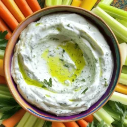 - 1 Tasse griechischer Joghurt - 1/2 reife Avocado - 1/2 Tasse frische Basilikumblätter - 1/4 Tasse frische Petersilienblätter Die Hauptzutaten machen diesen Dip frisch und lecker. Griechischer Joghurt gibt eine cremige Basis. Die Avocado sorgt für eine tolle Textur. Basilikum und Petersilie bringen frische Aromen. - 2 Esslöffel Zitronensaft - 1 Knoblauchzehe, fein gehackt - 1/4 Tasse gewürfelte Gurke Zitronensaft fügt Frische hinzu und macht den Dip lebendig. Knoblauch gibt einen tollen Geschmack. Die Gurke bringt eine knackige Note. Diese Zutaten machen den Dip noch spannender. - Karotten - Staudensellerie - Paprika Karotten, Staudensellerie und Paprika sind perfekte Gemüse zum Dippen. Sie sind gesund, knackig und farbenfroh. Dieses Gemüse macht das Essen noch mehr Spaß. Wie man Avocado schält und entsteint Um die Avocado vorzubereiten, schneide sie zuerst in der Mitte durch. Drehe die Hälften, um sie zu trennen. Nimm einen Löffel, um den Kern vorsichtig herauszunehmen. Nun kannst du mit einem Löffel das Fruchtfleisch herauskratzen. Achte darauf, die Haut nicht mitzunehmen. Kräuter richtig waschen und hacken Wasche die frischen Basilikum- und Petersilienblätter gründlich unter kaltem Wasser. Tupfe sie sanft mit einem Küchentuch trocken. Staple die Blätter übereinander und schneide sie in feine Streifen. Dies nennt man "Chiffonade". So bekommst du einen tollen Geschmack im Dip. Mixen der Hauptzutaten Gib den griechischen Joghurt, das Avocadofleisch, die Basilikum- und Petersilienblätter, Zitronensaft, Knoblauch, Salz, Pfeffer und Dijon-Senf in einen Mixer. Mixe alles, bis die Mischung schön glatt und cremig ist. Wenn der Dip zu dick ist, füge einen Teelöffel Wasser hinzu, bis die Konsistenz stimmt. Hinzufügen von Gewürzen und Gurken Sobald die Mischung gut püriert ist, kannst du die gewürfelte Gurke vorsichtig unterheben. Dies gibt dem Dip eine tolle Knusprigkeit. Probiere den Dip und füge nach Belieben mehr Zitronensaft oder Salz hinzu, um den Geschmack zu verbessern. Tipps zur Präsentation Fülle den Dip in eine schöne Servierschüssel. Du kannst ihn auch in einer ausgehöhlten Gurke oder Paprika servieren, um eine originelle Note zu erzielen. Arrangiere bunte Gemüsesticks wie Karotten und Paprika um die Schüssel. Das sieht einladend aus. Ideale Kombinationen zum Servieren Dieser Dip passt hervorragend zu frischem Gemüse wie Karotten, Staudensellerie und Paprika. Du kannst auch Cracker oder Chips danebenlegen. So hat jeder etwas zum Dippen. - Vegane Variante: Verwenden Sie statt griechischem Joghurt eine pflanzliche Joghurtalternative. Es gibt viele cremige Optionen aus Mandeln oder Kokosnüssen. Diese geben dem Dip einen milden Geschmack. - Andere Kräuterkombinationen ausprobieren: Sie können auch andere Kräuter verwenden. Frischer Dill oder Schnittlauch passen gut dazu. Experimentieren Sie mit frischen Kräutern, um neue Geschmäcker zu entdecken. - Tipps zur Verdünnung des Dips: Wenn der Dip zu dick ist, fügen Sie einen Teelöffel Wasser hinzu. Mischen Sie gut, bis die gewünschte Cremigkeit erreicht ist. Ein Spritzer Zitronensaft kann auch helfen. - Anpassen des Geschmacks: Probieren Sie den Dip während der Zubereitung. Fügen Sie mehr Salz oder Pfeffer hinzu, um den Geschmack zu intensivieren. Ein zusätzlicher Spritzer Zitronensaft bringt Frische. - Wie lange der Dip frisch bleibt: Der Dip bleibt im Kühlschrank etwa drei bis fünf Tage frisch. Achten Sie darauf, ihn in einem luftdichten Behälter zu lagern. So bleibt er länger lecker. - Tipps zur Lagerung im Kühlschrank: Lagern Sie den Dip in einem gut verschlossenen Glas oder einer Schüssel. Dies verhindert das Eindringen von Luft und hält ihn frisch. Bei Bedarf vor dem Servieren gut umrühren. {{image_4}} Du kannst Joghurtalternativen verwenden, um den Dip vegan zu machen. Probier Soja- oder Kokosjoghurt aus. Diese Optionen geben dir eine ähnliche cremige Textur. Wenn du keinen Avocado hast, kannst du auch Erbsen oder Cashewcreme nutzen. Beide bringen einen frischen Geschmack und eine tolle Farbe. Um den Dip interessanter zu machen, kannst du Käse, Nüsse oder Samen hinzufügen. Feta oder Parmesan passen gut und geben einen salzigen Kick. Für Crunch sind geröstete Nüsse oder Samen eine tolle Wahl. Wenn du es würziger magst, füge Chili oder Paprika hinzu. Das gibt dem Dip einen tollen Schärfegrad. Der Dip schmeckt super mit Crackern oder Chips. Verwende verschiedene Sorten, um Abwechslung zu schaffen. Du kannst ihn auch als Aufstrich für Sandwiches nutzen. So wird jedes Sandwich frisch und lecker. Arrangeiere den Dip in einer ausgehöhlten Gurke oder Paprika für einen kreativen Look. - Lagere den Dip in einem luftdichten Behälter. - Der Kühlschrank bietet die besten Lagerbedingungen. - Verwende Glas- oder Plastikbehälter mit Deckel. - Der Dip bleibt im Kühlschrank etwa 3 bis 5 Tage frisch. - Achte auf Geruch oder Farbe, um Verderb zu erkennen. - Nutze übrig gebliebenen Dip als Aufstrich für Sandwiches. - Füge ihn zu Salaten oder Wraps hinzu für extra Geschmack. - Verwende den Dip als Soße für gegrilltes Gemüse oder Fleisch. Der Dip bleibt im Kühlschrank bis zu drei Tage frisch. Bewahren Sie ihn in einem luftdichten Behälter auf. Achten Sie darauf, ihn gut zu verschließen, um die Frische zu bewahren. Wenn Sie sehen, dass der Dip seine Farbe oder Konsistenz verändert, ist es besser, ihn wegzuwerfen. Ja, Sie können den Dip bis zu einen Tag im Voraus machen. Lagern Sie ihn einfach im Kühlschrank. Dies gibt den Aromen Zeit, sich zu entfalten. Rühren Sie den Dip vor dem Servieren gut durch. Wenn er zu dick wird, fügen Sie etwas Wasser oder Zitronensaft hinzu. Ja, der Dip ist perfekt für Vegetarier! Er enthält keine tierischen Produkte außer griechischem Joghurt. Wenn Sie eine vegane Variante wünschen, können Sie pflanzliche Joghurtalternativen verwenden. Überprüfen Sie die Zutaten, um sicherzustellen, dass sie für Ihre Diät geeignet sind. Der Dip schmeckt großartig mit frischem Gemüse. Servieren Sie ihn mit Karotten, Staudensellerie oder Paprika. Sie können auch Cracker oder Tortilla-Chips verwenden. Für eine kreative Note füllen Sie eine ausgehöhlte Gurke oder Paprika mit dem Dip. Dieser Blogbeitrag zeigte die Hauptzutaten für den Dip, wie griechischer Joghurt und Avocado. Ich erklärte, wie man den Dip zubereitet und ihn ansprechend serviert. Zudem gibt es Tipps für Variationen und Aufbewahrung. Der Dip ist einfach, lecker und flexibel. Egal ob für eine Party oder einen Snack, er wird sicher gut ankommen. Nutze die Tipps, um deinen eigenen Twist zu finden und genieße jeden Bissen!