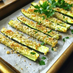 Die Hauptzutaten sind einfach und frisch. Du brauchst: - 2 mittelgroße Zucchini, in Pommesform geschnitten - 1 Tasse Semmelbrösel (vorzugsweise aus Vollkorn für zusätzlichen Geschmack) - 1/2 Tasse geriebener Parmesan-Käse - 2 große Eier Diese Zutaten geben deinen Zucchini-Pommes den perfekten Geschmack und die richtige Textur. Zucchini hat einen milden Geschmack und nimmt die Aromen gut auf. Für zusätzlichen Geschmack brauchst du einige Gewürze: - 1 Teelöffel Knoblauchpulver - 1 Teelöffel Zwiebelpulver - 1 Teelöffel italienische Gewürzmischung - Salz und Pfeffer nach Geschmack - Kochspray oder Olivenöl zum Beträufeln Die Gewürze bringen Tiefe und Geschmack. Sie machen die Pommes nicht nur lecker, sondern auch aromatisch. Das Olivenöl hilft, die Pommes knusprig zu machen. Wenn du Zucchini kaufst, achte auf einige Dinge: - Wähle Zucchini, die fest und glänzend sind. - Suche nach gleichmäßiger Farbe ohne Flecken. - Die Größe sollte mittelgroß sein, da sie besser schmeckt. Frische Zucchini macht einen großen Unterschied. Sie sind knackig und haben mehr Geschmack. Wenn du die Zucchini auswählst, schau dir auch das Datum an. Frische Zucchini halten sich länger und schmecken besser in deinen Pommes. Heize deinen Ofen auf 220°C vor. Das ist die perfekte Temperatur für knusprige Zucchini-Pommes. Lege ein Backblech mit Backpapier aus. Das hilft, die Reinigung einfach zu machen. Nimm zwei mittelgroße Zucchini. Schneide sie in dicke Pommesform. In einer flachen Schüssel verquirle zwei große Eier. In einer anderen Schüssel vermische Semmelbrösel, geriebenen Parmesan, Knoblauchpulver, Zwiebelpulver und italienische Gewürzmischung. Vergiss nicht, Salz und Pfeffer hinzuzufügen. Tauche jede Zucchinistange zuerst in die Eimischung. Lass überschüssiges Ei abtropfen. Wälze die Zucchini dann in der Semmelbröselmischung. Lege die panierten Pommes auf das Backblech in einer einzigen Schicht. Besprühe die Zucchini-Pommes leicht mit Kochspray oder beträufle sie mit Olivenöl. So werden sie schön knusprig. Backe die Pommes im vorgeheizten Ofen für 20 bis 25 Minuten. Wende sie zur Halbzeit, damit sie gleichmäßig garen. Wenn sie goldbraun sind, nimm sie aus dem Ofen. Lass sie ein paar Minuten abkühlen. Serviere sie heiß mit Marinara-Sauce oder einer cremigen Dip-Sauce. Um deine Zucchini-Pommes super knusprig zu machen, gibt es einige Tricks: - Verwende frische Zucchini. Ältere Zucchini enthalten mehr Wasser. - Trockne die Zucchini-Streifen gut ab, bevor du sie panierst. - Backe die Pommes auf einem vorgeheizten Blech. So braten sie besser. - Sprühe die Pommes leicht mit Kochspray oder Olivenöl. Dadurch werden sie knuspriger. Achte auf diese häufigen Fehler, um die besten Pommes zu bekommen: - Überfüllung des Backblechs vermeiden. Die Pommes müssen Platz zum Garen haben. - Nicht genug wenden. Wende die Pommes während des Backens für gleichmäßige Bräunung. - Zu wenig Gewürze verwenden. Salz und Pfeffer sind wichtig für den Geschmack. Diese Zucchini-Pommes sind perfekt für Meal Prep. Du kannst sie einfach vorbereiten und lagern. Hier sind einige Tipps: - Bereite eine große Menge vor und lagere sie im Kühlschrank. - Backe die Pommes und kühle sie ab, bevor du sie lagerst. - Erwärme sie im Ofen oder der Luftfritteuse für den besten Geschmack. So hast du gesunde Snacks für die ganze Woche! {{image_4}} Du kannst verschiedene Käsesorten verwenden, um deinen Zucchini-Pommes mehr Geschmack zu geben. Parmesan ist toll, aber probiere auch: - Pecorino Romano für einen kräftigen Geschmack. - Cheddar für eine cremige Note. - Mozzarella für einen milden, schmelzenden Effekt. Jede Käsesorte bringt ihren eigenen Charakter in die Pommes. Mische sie auch, um neue Kombinationen zu entdecken. Zucchini sind klasse, aber du kannst auch andere Gemüsesorten verwenden. Süßkartoffeln sind eine gute Wahl. Sie sind süß und voller Nährstoffe. Karotten geben einen schönen Crunch. Auch Auberginen können knusprig und lecker werden. Schneide sie ähnlich wie Zucchini und folge dem gleichen Rezept. Für eine glutenfreie Version ersetze die Semmelbrösel durch glutenfreie Brösel oder gemahlene Mandeln. Sie geben einen tollen Crunch. Möchtest du eine vegane Option? Lass die Eier weg und verwende eine Mischung aus Leinsamen und Wasser. Diese Mischung bindet die Panade gut. Nutze vegane Käsesorten, um den Geschmack zu erhalten. Um die Baked Parmesan Zucchini Fries frisch zu halten, lege sie in einen luftdichten Behälter. Dies verhindert, dass sie weich werden. Stelle sicher, dass die Zucchini-Pommes vollständig abgekühlt sind, bevor du sie lagerst. So bleibt ihre Knusprigkeit erhalten. Wenn du die Zucchini-Pommes wieder aufwärmen möchtest, nutze den Ofen oder eine Heißluftfritteuse. So werden sie knusprig. Du solltest sie bei 190°C für etwa 10 Minuten aufbacken. Vermeide die Mikrowelle, da sie die Pommes weich macht. Im Kühlschrank halten die Zucchini-Pommes bis zu drei Tage. Im Gefrierfach kannst du sie bis zu zwei Monate lagern. Achte darauf, sie gut einzupacken, damit sie nicht gefrieren. Wenn du sie später genießen möchtest, lass sie zuerst im Kühlschrank auftauen, bevor du sie aufwärmst. Um deine Baked Parmesan Zucchini Fries besonders knusprig zu machen, gibt es ein paar wichtige Tipps. Zuerst ist die richtige Temperatur entscheidend. Heize den Ofen auf 220°C vor. Achte darauf, die Zucchini gut zu trocknen, bevor du sie panierst. So bleiben sie knusprig. Verwende auch eine Mischung aus Semmelbröseln und Parmesan. Dies gibt den Pommes eine tolle Textur. Besprühe die Pommes leicht mit Kochspray oder Olivenöl, bevor du sie backst. Das hilft, die goldbraune Kruste zu erzielen. Wende die Pommes während des Backens, um eine gleichmäßige Bräunung zu erreichen. Ja, du kannst viele verschiedene Gewürze hinzufügen! Wenn du etwas mehr Schärfe willst, füge Paprika oder Cayennepfeffer hinzu. Für eine italienische Note kann Oregano oder Basilikum großartig sein. Experimentiere mit verschiedenen Geschmäckern, die dir gefallen. Probiere auch eine Mischung aus Kräutern für eine frische Note. Lass deiner Kreativität freien Lauf! Zu Baked Parmesan Zucchini Fries passen viele leckere Saucen. Marinara-Sauce ist klassisch und sehr beliebt. Sie bringt eine fruchtige Frische. Eine cremige Knoblauchsoße oder Ranch-Dip sind ebenfalls tolle Optionen. Wenn du es schärfer magst, probiere eine scharfe Salsa. Diese Saucen ergänzen die Aromen der Zucchini perfekt. Das vollständige Rezept für Baked Parmesan Zucchini Fries findest du in diesem Artikel. Du kannst die Zutaten und die Schritte dort nachlesen. Folge einfach den Anweisungen und genieße deine knusprigen Zucchini-Pommes! Baked Parmesan Zucchini Fries sind einfach, lecker und vielseitig. Wir haben die Hauptzutaten, die Backanleitung und die besten Tipps für knusprige Pommes durchgenommen. Denk daran, auch die Variationen und Lagertipps zu beachten. Du kannst dein eigenes Rezept anpassen, um es noch interessanter zu machen. Egal, ob du sie als Snack oder Beilage zubereitest, du wirst sie lieben. Starte gleich mit dem Kochen und genieße deinen gesunden Genuss!