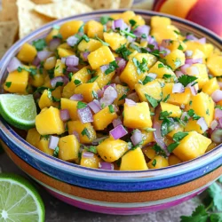 Für eine köstliche Mango-Pfirsich-Salsa benötigst du folgende Hauptzutaten: - 1 reife Mango, in kleine Würfel geschnitten - 2 reife Pfirsiche, in kleine Würfel geschnitten - 1/2 rote Zwiebel, fein gehackt - 1 Jalapeño, entkernt und fein gehackt - 1/4 Tasse frische Korianderblätter, grob gehackt - Saft von 1 Limette - Salz nach Geschmack - Eine Prise schwarzer Pfeffer Diese Zutaten bilden die Basis für die Salsa. Die Mango und die Pfirsiche bringen einen süßen, fruchtigen Geschmack. Die Zwiebel und die Jalapeño fügen einen herzhaften und scharfen Kick hinzu. Koriander bringt frische Aromen, die die Fruchtigkeit ergänzen. Um die Salsa noch interessanter zu machen, kannst du folgende optionale Zutaten hinzufügen: - 1/2 Tasse gewürfelte Tomaten - 1 Avocado, gewürfelt - 1 Teelöffel Honig oder Agavensirup - Ein Spritzer Apfelessig für mehr Säure Diese Zutaten sind nicht notwendig, aber sie bringen zusätzliche Geschmäcker. Die Tomaten fügen Frische hinzu, während die Avocado eine cremige Textur liefert. Honig oder Agavensirup kann die Fruchtnoten verstärken. Wenn du Früchte kaufst, achte auf folgende Punkte: - Die Mango sollte leicht weich sein, aber nicht matschig. - Wähle Pfirsiche, die fest und duftend sind. - Achte auf die Farbe: Sie sollte lebendig und gleichmäßig sein. - Vermeide Früchte mit dunklen Flecken oder Druckstellen. Frische Früchte machen den Unterschied. Sie sorgen für einen lebhaften und frischen Geschmack in deiner Salsa. Kaufe am besten saisonale Früchte, um die besten Aromen zu erhalten. Zuerst, sammeln Sie alle Zutaten. Sie brauchen eine reife Mango, zwei Pfirsiche und eine rote Zwiebel. Holen Sie auch eine Jalapeño und frischen Koriander. Vergessen Sie nicht die Limette, Salz und Pfeffer. Waschen Sie die Früchte gründlich. Schneiden Sie die Mango und die Pfirsiche in kleine Würfel. Hacken Sie die Zwiebel und die Jalapeño fein. In einer großen Schüssel mischen Sie die gewürfelte Mango und die Pfirsiche. Fügen Sie die gehackte Zwiebel und Jalapeño hinzu. Rühren Sie die Mischung vorsichtig um, damit nichts zerdrückt wird. Jetzt kommt der Koriander dazu. Drücken Sie den Limettensaft darüber. Mischen Sie alles sanft, damit sich die Aromen verbinden. Abschließend mit Salz und schwarzem Pfeffer abschmecken. Lassen Sie die Salsa 10 bis 15 Minuten stehen. Um die Aromen zu verbessern, verwenden Sie frische Zutaten. Wählen Sie reife Früchte für mehr Süße. Sie können auch andere Kräuter wie Minze probieren. Ein Spritzer zusätzlicher Limettensaft bringt mehr Frische. Wenn Sie es schärfer mögen, fügen Sie mehr Jalapeño hinzu. Servieren Sie die Salsa in einer bunten Schüssel. Dekorieren Sie sie mit Koriander und einem Limettenschnitz. So wird Ihre Salsa ein echter Hingucker! Mango-Pfirsich-Salsa ist vielseitig. Du kannst die Früchte nach deinem Geschmack ändern. Probiere Ananas oder Kiwi für einen tropischen Twist. Für mehr Schärfe füge mehr Jalapeño hinzu. Wenn du es süßer magst, integriere etwas Honig oder Agavendicksaft. Achte darauf, die Balance zwischen süß und scharf zu finden. Um den frischen Geschmack zu erhalten, lasse die Salsa vor dem Servieren ruhen. Zehn bis fünfzehn Minuten sind ideal. So können die Aromen gut verschmelzen. Bewahre die Salsa im Kühlschrank in einem luftdichten Behälter auf. Vermeide Metallbehälter, da sie den Geschmack beeinflussen können. Die Salsa bleibt so frisch und lecker. Die Salsa passt gut zu verschiedenen Gerichten. Serviere sie mit Tortillachips als Snack. Sie ist auch eine tolle Beilage zu gegrilltem Hähnchen oder Fisch. Du kannst sie sogar auf Tacos oder Burritos geben. Sie bringt Farbe und Geschmack auf den Tisch. Experimentiere und finde deine Lieblingskombinationen! {{image_4}} Du kannst die Mango-Pfirsich-Salsa aufpeppen, indem du weitere Früchte hinzufügst. Probiere Ananas, Papaya oder Kiwi. Diese Früchte bringen noch mehr Süße und Frische. Achte darauf, sie in kleine Stücke zu schneiden. So vermischen sich die Aromen besser. Die Kombination aus Mango und Ananas ist besonders lecker. Wenn du es gerne scharf magst, füge mehr Jalapeños hinzu. Du kannst auch andere scharfe Paprika probieren. Eine kleine Menge Cayennepfeffer kann ebenfalls den Kick bringen. Denke daran, die Schärfe langsam zu steigern. So kannst du den perfekten Grad für deinen Geschmack finden. Die Salsa ist von Natur aus vegan. Wenn du allergisch gegen bestimmte Früchte bist, kannst du sie ersetzen. Nutze zum Beispiel Birnen oder Äpfel. Diese Früchte haben eine ähnliche Textur. Wenn du nach glutenfreien Optionen suchst, verwendest du einfach glutenfreie Tortillachips. Mische die Salsa mit Quinoa für eine proteinreiche Mahlzeit. Um die Frische Ihrer Mango-Pfirsich-Salsa zu bewahren, lagern Sie sie im Kühlschrank. Verwenden Sie einen luftdichten Behälter. So bleibt die Salsa knackig und lecker. Vermeiden Sie, die Salsa in einer großen Schüssel offen stehen zu lassen. Das führt zu einem Verlust der Aromen. Die Salsa bleibt bis zu drei Tage frisch im Kühlschrank. Nach dieser Zeit kann sie an Geschmack verlieren. Überprüfen Sie vor dem Essen den Geruch und das Aussehen. Wenn etwas seltsam aussieht oder riecht, werfen Sie es weg. Sicherheit geht vor! Möchten Sie die Salsa für längere Zeit aufbewahren? Dann frieren Sie sie ein! Nutzen Sie einen gefrierfesten Behälter. Füllen Sie den Behälter nicht ganz, da sich die Salsa beim Einfrieren ausdehnt. Sie können die Salsa bis zu drei Monate eingefroren lassen. Zum Auftauen legen Sie die Salsa einfach über Nacht in den Kühlschrank. Verwenden Sie sie dann innerhalb von zwei Tagen. So bleibt der Geschmack frisch und lecker. Mango-Pfirsich-Salsa hält sich gut bis zu drei Tage im Kühlschrank. Der Geschmack bleibt frisch, wenn Sie die Salsa in einem luftdichten Behälter aufbewahren. Nach ein paar Tagen kann die Salsa weicher werden. Genießen Sie sie schnell für das beste Aroma. Ja, Sie können gefrorene Mango und Pfirsiche verwenden. Achten Sie jedoch darauf, sie vorher gut abzutropfen. Gefrorene Früchte haben oft mehr Wasser. Das könnte die Konsistenz der Salsa ändern. Frische Zutaten geben jedoch den besten Geschmack und die beste Textur. Mango-Pfirsich-Salsa passt gut zu vielen Gerichten. Servieren Sie sie mit Tortillachips als Snack. Sie schmeckt auch toll zu gegrilltem Hähnchen oder Fisch. Verwenden Sie sie als Topping für Tacos oder Burritos. Diese Salsa bringt Farbe und Frische auf den Tisch. In diesem Artikel haben wir die besten Zutaten für Mango-Pfirsich-Salsa betrachtet. Ich habe die Auswahl frischer Früchte besprochen, sowie wichtige Schritte zur Zubereitung und Lagertipps gegeben. Es ist einfach, das Rezept nach deinem Geschmack anzupassen. Denke daran, kreative Variationen hinzuzufügen. Teste neue Früchte oder Gewürze, um aufregende Geschmackskombinationen zu entdecken. Mit den richtigen Tipps bleibt deine Salsa frisch und lecker. Nutze unser Wissen, um deine nächste Salsa zu einem Hit zu machen!