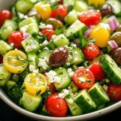 Für diesen Salat wählen wir frische und knackige Zutaten. Hier sind die Hauptzutaten: - 2 große Gurken, gewürfelt - 2 reife Avocados, gewürfelt - 1 Tasse Cherry-Tomaten, halbiert - 1/2 rote Zwiebel, fein gehackt - 1 Tasse Kalamata-Oliven, entkernt und halbiert - 1 Tasse Feta-Käse, zerkrümelt Diese Zutaten sorgen für einen frischen Geschmack. Die Gurken und Avocados geben eine cremige Textur. Die Tomaten bringen Süße, während die Zwiebeln einen tollen Biss haben. Kräuter und Gewürze sind wichtig für den Geschmack. Wir verwenden: - 2 Esslöffel frische Petersilie, gehackt - 3 Esslöffel Olivenöl - 2 Esslöffel Zitronensaft - Salz und schwarzer Pfeffer nach Geschmack Die Petersilie fügt eine frische Note hinzu. Das Olivenöl und der Zitronensaft machen das Dressing leicht und spritzig. Salz und Pfeffer bringen alles zusammen. Um den Salat zu variieren, können Sie einige Zutaten hinzufügen. Gute Optionen sind: - Avocado-Würfel für mehr Cremigkeit - Gebratene Paprika für einen süßen Geschmack - Rucola für eine pfeffrige Note Diese Zusätze machen den Salat noch interessanter. Experimentieren Sie mit verschiedenen Aromen, um Ihren perfekten Cucumber Avocado Greek Salad zu finden. Beginne mit der Vorbereitung der Zutaten. Nimm zwei große Gurken und schneide sie in kleine Würfel. Diese geben dem Salat eine knackige Textur. Dann nimm zwei reife Avocados und würfle sie ebenfalls. Achte darauf, dass die Avocados schön weich sind, aber nicht überreif. Halbiere eine Tasse Cherry-Tomaten und lege sie beiseite. Schneide eine halbe rote Zwiebel sehr fein und bereite eine Tasse Kalamata-Oliven vor, indem du sie entkernst und halbierst. Zum Schluss zerkrümel eine Tasse Feta-Käse und hacke zwei Esslöffel frische Petersilie. Jetzt machst du das Dressing. Nimm eine kleine Schüssel und gieße drei Esslöffel Olivenöl hinein. Füge zwei Esslöffel Zitronensaft hinzu. Das sorgt für frischen Geschmack. Streue eine Prise Salz und schwarzen Pfeffer dazu. Jetzt verquirle alles gut mit einem kleinen Schneebesen oder einer Gabel. Das Dressing sollte gut vermischt sein, damit es gleichmäßig über den Salat kommt. Jetzt kommt der spaßige Teil: das Zusammenmixen. Nimm eine große Schüssel und gib die gewürfelten Gurken und Avocados hinein. Füge die halbierten Cherry-Tomaten und die gehackte rote Zwiebel hinzu. Rühre vorsichtig um, damit die Avocados nicht zerdrückt werden. Hebe dann die Kalamata-Oliven und den zerkrümelten Feta-Käse unter. Sei sanft, damit alles schön bleibt. Träufle jetzt das Dressing gleichmäßig über den Salat. Mische alles vorsichtig, damit die Aromen gut verteilt sind. Garniere den Salat mit der frisch gehackten Petersilie. So sieht er frisch und einladend aus. Avocados sind der Star in diesem Salat. Um die besten Avocados auszuwählen, achte auf die Farbe. Reife Avocados haben oft eine dunkle, fast schwarze Haut. Drücke vorsichtig mit den Fingern auf die Haut. Wenn sie leicht nachgibt, ist sie reif. Wenn sie zu weich ist, ist sie möglicherweise überreif. Lagere unreife Avocados bei Raumtemperatur. Sie reifen in ein paar Tagen. Wenn du sie schneller reifen willst, lege sie in einen Papiertüte mit einem Apfel oder einer Banane. Das Anrichten des Salats ist einfach und macht Spaß. Verwende eine große, flache Schüssel, damit die Farben leuchten. Beginne mit den Gurken und Avocados. Diese bilden die Basis. Dann füge die Cherry-Tomaten und die rote Zwiebel hinzu. Die Kalamata-Oliven und der Feta-Käse kommen zuletzt. Sie bringen Geschmack und Textur. Garniere den Salat mit frisch gehackter Petersilie. Das macht ihn noch einladender. Du kannst auch etwas zusätzlichen Feta obenauf streuen. Ein paar ganze Oliven setzen einen schönen Akzent. Für eine schnelle Zubereitung kannst du die Zutaten im Voraus schneiden. Lagere die gewürfelten Gurken und Avocados in separaten Behältern. Das hilft, die Frische zu bewahren. Du kannst das Dressing ebenfalls im Voraus machen. Mische Olivenöl, Zitronensaft, Salz und Pfeffer in einem kleinen Glas. Schüttele das Glas vor dem Servieren gut durch. So sparst du Zeit, wenn du den Salat servierst. Diese Tricks bringen dir einen frischen, leckeren Salat in wenigen Minuten. {{image_4}} Wenn Sie keine Kalamata-Oliven mögen, probieren Sie grüne Oliven. Sie bringen einen anderen, aber köstlichen Geschmack. Auch schwarze Oliven sind eine gute Wahl. Sie sind milder und passen gut zu den anderen Zutaten. Für eine süßere Note können Sie auch getrocknete Tomaten verwenden. Diese fügen einen interessanten Kontrast hinzu. Suchen Sie nach einer veganen Option? Verwenden Sie zerdrückten Tofu anstelle von Feta-Käse. Mischen Sie den Tofu mit Zitronensaft, Salz und Kräutern. Diese Mischung bringt Frische und Geschmack. Es gibt auch viele pflanzliche Feta-Käse im Handel. Diese Optionen sind lecker und nährstoffreich. Im Herbst können Sie den Salat aufpeppen. Fügen Sie geröstete Kürbiswürfel hinzu. Diese geben dem Salat eine süße Note. Auch geröstete Nüsse wie Walnüsse passen gut. Sie bringen Crunch und gesunde Fette. Probieren Sie auch Apfelstückchen für mehr Frische und Süße. Diese Varianten geben dem Salat eine neue Dimension. Um den Cucumber Avocado Greek Salad frisch zu halten, sollten Sie ihn gut abdecken. Verwenden Sie eine luftdichte Schüssel oder Frischhaltefolie. Lagern Sie den Salat im Kühlschrank. Achten Sie darauf, dass die Avocados nicht braun werden. Sie können Zitronensaft über die Avocados geben, um dies zu verhindern. Bereiten Sie die Zutaten im Voraus vor, um Zeit zu sparen. Schneiden Sie die Gurken und Avocados erst kurz vor dem Servieren. So bleiben sie frisch und knackig. Sie können die anderen Zutaten wie Tomaten, Zwiebeln und Oliven schon früher schneiden. Bewahren Sie sie aber separat auf, bis Sie bereit sind, den Salat zu mischen. Der Salat ist im Kühlschrank etwa 1 bis 2 Tage haltbar. Nach dieser Zeit kann die Qualität abnehmen. Die Avocados können schnell matschig werden, daher essen Sie den Salat am besten frisch. Wenn Sie Reste haben, essen Sie diese innerhalb von 24 Stunden, um den besten Geschmack zu genießen. Um den perfekten Salat zu machen, beginne mit frischen Zutaten. Verwende große, knackige Gurken und reife Avocados. Schneide die Gurken und Avocados in gleich große Würfel. Mische sie in einer großen Schüssel. Füge halbierte Cherry-Tomaten und fein gehackte rote Zwiebel hinzu. Rühre vorsichtig um. Dann kommen die Kalamata-Oliven und der zerkrümelte Feta-Käse dazu. Mische sie sanft, damit die Avocados nicht zerdrücken. Bereite das Dressing aus Olivenöl, Zitronensaft, Salz und Pfeffer zu. Träufle es über den Salat und mische alles gut. Garniere mit frischer Petersilie für mehr Farbe. Ja, du kannst andere Gemüsesorten hinzufügen! Paprika, Radieschen oder sogar Karotten passen gut. Achte darauf, die Stücke klein zu schneiden. Das sorgt für ein einheitliches Geschmackserlebnis. Du kannst auch etwas Rucola oder Spinat für mehr Farbe und Nährstoffe hinzufügen. Diese Variationen machen den Salat noch aufregender und bunter. Dieser Salat ist vielseitig und passt gut zu vielen Gerichten. Gegrilltes Hähnchen oder Fisch ergänzen ihn perfekt. Du kannst auch Brot oder Pita dazu servieren. Ein einfaches Fladenbrot ist eine tolle Wahl. Wenn du eine vegetarische Option suchst, probiere gegrilltes Gemüse. Es bringt mehr Geschmack und Textur auf den Tisch. Dieser Artikel zeigt Ihnen, wie Sie einen köstlichen Cucumber Avocado Greek Salad zubereiten. Wir haben die Hauptzutaten besprochen und hilfreiche Tipps zur Zubereitung gegeben. Sie wissen jetzt, wie Sie das Dressing machen und den Salat richtig anrichten. Denken Sie daran, die Zutaten frisch zu wählen und Variationen nach Ihrem Geschmack auszuprobieren. Mit diesen Tipps bleibt Ihr Salat lange frisch und lecker. Viel Freude beim Ausprobieren und Genießen Ihres neuen Lieblingsrezepts!