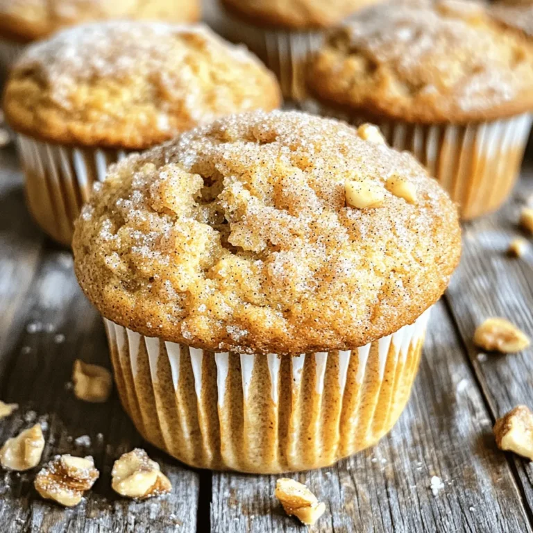 - 3 reife Bananen - 80 ml geschmolzenes Kokosöl - 1 großes Ei Die Hauptzutaten für die Muffins sind einfach und gesund. Reife Bananen machen den Teig süß und feucht. Ich verwende Kokosöl für einen leichten Geschmack. Das Ei bindet alles zusammen. - 200 g Kristallzucker - 190 g Weizenmehl - 60 g gehackte Nüsse (optional) Der Kristallzucker gibt den Muffins die Süße, die wir lieben. Weizenmehl sorgt für die richtige Textur. Wenn du Nüsse magst, füge sie hinzu. Sie geben einen schönen Crunch. - 60 g Zimt-Zucker-Mischung Das Topping aus Zimt und Zucker macht die Muffins besonders lecker. Es gibt ihnen eine süße, würzige Kruste. Jeder Bissen wird so noch besser. Heize deinen Ofen auf 175°C vor. Das ist wichtig, um gleichmäßige Muffins zu backen. Lege ein Muffinblech mit Papierförmchen aus oder fette es leicht mit Sprühfett ein. So kleben die Muffins nicht fest. In einer großen Schüssel zerdrücke die reifen Bananen gut. Füge dann das geschmolzene Kokosöl hinzu. Rühre gut um, bis die Mischung glatt ist. Jetzt kommt das verquirlte Ei und der Vanilleextrakt dazu. Mische alles gut. Gib das Natron, das Salz und den Zimt in die Schüssel. Rühre vorsichtig, damit die Luft nicht entweicht. Nun mische langsam den Kristallzucker unter. Danach kommt das Weizenmehl hinzu. Rühre, bis alles gut vermengt ist. Wenn du Nüsse magst, hebe sie jetzt vorsichtig unter. Verwende einen Löffel oder einen Eisportionierer. Fülle den Teig in die Förmchen. Achte darauf, dass jedes Förmchen etwa zwei Drittel voll ist. Bestreue die Oberflächen mit der Zimt-Zucker-Mischung. Schiebe das Blech in den Ofen. Backe die Muffins 18 bis 20 Minuten. Überprüfe mit einem Zahnstocher, ob sie durch sind. Lass sie fünf Minuten in der Form abkühlen. Danach lege sie auf ein Kuchengitter, damit sie ganz abkühlen. Um die besten Muffins zu machen, achte auf die Teigkonsistenz. Der Teig sollte leicht klumpig sein, aber nicht zu flüssig. Mische die Zutaten nur so lange, bis alles gut verbunden ist. Wenn du zu lange rührst, werden die Muffins hart. Lass die Bananen gut reif sein. Sie geben den Muffins mehr Geschmack. Nüsse wie Walnüsse oder Pekannüsse fügen einen tollen Crunch hinzu. Wenn du Nüsse nicht magst oder Allergien hast, probiere Schokoladenstückchen. Eine Mischung aus beiden ist auch möglich. Für nussfreie Alternativen kannst du Sonnenblumenkerne oder Kürbiskerne verwenden. Sie geben eine ähnliche Textur ohne Nüsse. Die Ofenplatzierung ist wichtig. Stelle das Muffinblech in die Mitte des Ofens. So backen die Muffins gleichmäßig. Backe die Muffins 18 bis 20 Minuten. Überprüfe sie mit einem Zahnstocher. Wenn er sauber herauskommt, sind die Muffins fertig. Lass sie nicht zu lange im Ofen. Sie sollten schön goldbraun und leicht aufgegangen sein. {{image_4}} Wenn du gesündere Muffins möchtest, probiere Vollkornmehl. Vollkornmehl hat mehr Ballaststoffe. Das macht die Muffins nahrhafter. Du kannst auch Honig anstelle von Zucker verwenden. Honig gibt eine süße Note und ist natürlicher. Diese Alternativen sind leicht zu finden und einfach zu nutzen. Um neue Geschmäcker zu entdecken, füge Schokoladenstückchen hinzu. Diese passen gut zu Bananen. Du kannst auch getrocknete Früchte verwenden. Rosinen oder Cranberries geben einen fruchtigen Kick. Experimentiere mit verschiedenen Kombinationen. So wird jedes Mal eine neue Überraschung. Für glutenfreie Muffins gibt es tolle Rezepte. Ersetze Weizenmehl durch Mandelmehl oder Kokosmehl. Diese Mehle sind leicht und lecker. Achte darauf, dass du auch glutenfreie Backpulver verwendest. So bleiben deine Muffins fluffig und gut. Bewahre die Muffins in einem luftdichten Behälter auf. So bleiben sie frisch und saftig. Bei Raumtemperatur halten sie sich etwa 3 bis 4 Tage. Wenn du sie länger aufbewahren möchtest, lege sie in den Kühlschrank. Dort halten sie bis zu einer Woche. Vergiss nicht, sie vor dem Verzehr kurz aufzuwärmen. So schmecken sie wie frisch gebacken. Um die Muffins einzufrieren, lasse sie zuerst vollständig abkühlen. Wickele sie dann einzeln in Frischhaltefolie oder lege sie in einen gefrierfesten Beutel. Achte darauf, so viel Luft wie möglich herauszudrücken. So bleiben sie bis zu 3 Monate frisch. Zum Auftauen legst du sie einfach für ein paar Stunden bei Raumtemperatur oder in die Mikrowelle für 10 bis 15 Sekunden. Um das Älterwerden der Muffins zu vermeiden, achte auf die Lagerbedingungen. Halte sie immer in einem luftdichten Behälter. Wenn die Muffins anfangen, trocken zu werden, kannst du sie mit einem feuchten Küchenhandtuch einwickeln. Das hilft, die Feuchtigkeit zurückzubringen. Zudem solltest du sie nicht in der Nähe von stark riechenden Lebensmitteln lagern. So bleibt ihr köstlicher Zimtgeschmack ungestört. Die Muffins halten bei Raumtemperatur etwa 2 bis 3 Tage. Bewahre sie in einem luftdichten Behälter auf. Im Kühlschrank bleiben sie frisch für bis zu einer Woche. Um die Muffins länger haltbar zu machen, kannst du sie auch einfrieren. Wickel sie gut in Frischhaltefolie ein und lege sie in einen Gefrierbeutel. So bleiben sie bis zu 3 Monate genießbar. Ja, du kannst die Muffins vegan machen. Ersetze das Ei durch einen Ei-Ersatz. Zum Beispiel, ein Esslöffel Leinsamenmehl mit drei Esslöffeln Wasser kann als Ei-Ersatz dienen. Verwende pflanzliches Öl statt Kokosöl. Achte darauf, dass der Vanilleextrakt ebenfalls vegan ist. So erhältst du leckere Muffins ohne tierische Produkte. Muffins gehen oft nicht auf, wenn der Teig zu lange gemischt wird. Mische nur, bis die Zutaten gerade verbunden sind. Auch die frische des Natriums ist wichtig. Wenn es alt ist, verliert es seine Wirkung. Überprüfe auch die Backzeit. Zu wenig Zeit kann die Muffins flach machen. Stelle sicher, dass dein Ofen auf die richtige Temperatur vorgeheizt ist. Diese Anleitung hat Ihnen gezeigt, wie Sie leckere Muffins zubereiten. Wir haben alle wichtigen Zutaten, die Schritt-für-Schritt-Anleitung und einige hilfreiche Tipps behandelt. Das Experimentieren mit Variationen kann Ihre Muffins aufpeppen. Denken Sie daran, die Lagerung richtig zu handhaben, um ihre Frische zu bewahren. Genießen Sie das Backen und die vielen Möglichkeiten, um Ihre Muffins einzigartig zu machen!