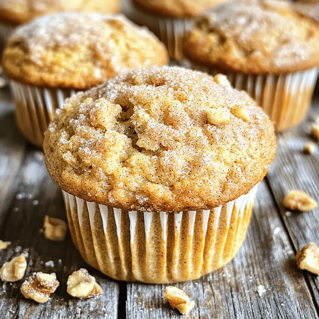 - 3 reife Bananen - 80 ml geschmolzenes Kokosöl - 1 großes Ei Die Hauptzutaten für die Muffins sind einfach und gesund. Reife Bananen machen den Teig süß und feucht. Ich verwende Kokosöl für einen leichten Geschmack. Das Ei bindet alles zusammen. - 200 g Kristallzucker - 190 g Weizenmehl - 60 g gehackte Nüsse (optional) Der Kristallzucker gibt den Muffins die Süße, die wir lieben. Weizenmehl sorgt für die richtige Textur. Wenn du Nüsse magst, füge sie hinzu. Sie geben einen schönen Crunch. - 60 g Zimt-Zucker-Mischung Das Topping aus Zimt und Zucker macht die Muffins besonders lecker. Es gibt ihnen eine süße, würzige Kruste. Jeder Bissen wird so noch besser. Heize deinen Ofen auf 175°C vor. Das ist wichtig, um gleichmäßige Muffins zu backen. Lege ein Muffinblech mit Papierförmchen aus oder fette es leicht mit Sprühfett ein. So kleben die Muffins nicht fest. In einer großen Schüssel zerdrücke die reifen Bananen gut. Füge dann das geschmolzene Kokosöl hinzu. Rühre gut um, bis die Mischung glatt ist. Jetzt kommt das verquirlte Ei und der Vanilleextrakt dazu. Mische alles gut. Gib das Natron, das Salz und den Zimt in die Schüssel. Rühre vorsichtig, damit die Luft nicht entweicht. Nun mische langsam den Kristallzucker unter. Danach kommt das Weizenmehl hinzu. Rühre, bis alles gut vermengt ist. Wenn du Nüsse magst, hebe sie jetzt vorsichtig unter. Verwende einen Löffel oder einen Eisportionierer. Fülle den Teig in die Förmchen. Achte darauf, dass jedes Förmchen etwa zwei Drittel voll ist. Bestreue die Oberflächen mit der Zimt-Zucker-Mischung. Schiebe das Blech in den Ofen. Backe die Muffins 18 bis 20 Minuten. Überprüfe mit einem Zahnstocher, ob sie durch sind. Lass sie fünf Minuten in der Form abkühlen. Danach lege sie auf ein Kuchengitter, damit sie ganz abkühlen. Um die besten Muffins zu machen, achte auf die Teigkonsistenz. Der Teig sollte leicht klumpig sein, aber nicht zu flüssig. Mische die Zutaten nur so lange, bis alles gut verbunden ist. Wenn du zu lange rührst, werden die Muffins hart. Lass die Bananen gut reif sein. Sie geben den Muffins mehr Geschmack. Nüsse wie Walnüsse oder Pekannüsse fügen einen tollen Crunch hinzu. Wenn du Nüsse nicht magst oder Allergien hast, probiere Schokoladenstückchen. Eine Mischung aus beiden ist auch möglich. Für nussfreie Alternativen kannst du Sonnenblumenkerne oder Kürbiskerne verwenden. Sie geben eine ähnliche Textur ohne Nüsse. Die Ofenplatzierung ist wichtig. Stelle das Muffinblech in die Mitte des Ofens. So backen die Muffins gleichmäßig. Backe die Muffins 18 bis 20 Minuten. Überprüfe sie mit einem Zahnstocher. Wenn er sauber herauskommt, sind die Muffins fertig. Lass sie nicht zu lange im Ofen. Sie sollten schön goldbraun und leicht aufgegangen sein. {{image_4}} Wenn du gesündere Muffins möchtest, probiere Vollkornmehl. Vollkornmehl hat mehr Ballaststoffe. Das macht die Muffins nahrhafter. Du kannst auch Honig anstelle von Zucker verwenden. Honig gibt eine süße Note und ist natürlicher. Diese Alternativen sind leicht zu finden und einfach zu nutzen. Um neue Geschmäcker zu entdecken, füge Schokoladenstückchen hinzu. Diese passen gut zu Bananen. Du kannst auch getrocknete Früchte verwenden. Rosinen oder Cranberries geben einen fruchtigen Kick. Experimentiere mit verschiedenen Kombinationen. So wird jedes Mal eine neue Überraschung. Für glutenfreie Muffins gibt es tolle Rezepte. Ersetze Weizenmehl durch Mandelmehl oder Kokosmehl. Diese Mehle sind leicht und lecker. Achte darauf, dass du auch glutenfreie Backpulver verwendest. So bleiben deine Muffins fluffig und gut. Bewahre die Muffins in einem luftdichten Behälter auf. So bleiben sie frisch und saftig. Bei Raumtemperatur halten sie sich etwa 3 bis 4 Tage. Wenn du sie länger aufbewahren möchtest, lege sie in den Kühlschrank. Dort halten sie bis zu einer Woche. Vergiss nicht, sie vor dem Verzehr kurz aufzuwärmen. So schmecken sie wie frisch gebacken. Um die Muffins einzufrieren, lasse sie zuerst vollständig abkühlen. Wickele sie dann einzeln in Frischhaltefolie oder lege sie in einen gefrierfesten Beutel. Achte darauf, so viel Luft wie möglich herauszudrücken. So bleiben sie bis zu 3 Monate frisch. Zum Auftauen legst du sie einfach für ein paar Stunden bei Raumtemperatur oder in die Mikrowelle für 10 bis 15 Sekunden. Um das Älterwerden der Muffins zu vermeiden, achte auf die Lagerbedingungen. Halte sie immer in einem luftdichten Behälter. Wenn die Muffins anfangen, trocken zu werden, kannst du sie mit einem feuchten Küchenhandtuch einwickeln. Das hilft, die Feuchtigkeit zurückzubringen. Zudem solltest du sie nicht in der Nähe von stark riechenden Lebensmitteln lagern. So bleibt ihr köstlicher Zimtgeschmack ungestört. Die Muffins halten bei Raumtemperatur etwa 2 bis 3 Tage. Bewahre sie in einem luftdichten Behälter auf. Im Kühlschrank bleiben sie frisch für bis zu einer Woche. Um die Muffins länger haltbar zu machen, kannst du sie auch einfrieren. Wickel sie gut in Frischhaltefolie ein und lege sie in einen Gefrierbeutel. So bleiben sie bis zu 3 Monate genießbar. Ja, du kannst die Muffins vegan machen. Ersetze das Ei durch einen Ei-Ersatz. Zum Beispiel, ein Esslöffel Leinsamenmehl mit drei Esslöffeln Wasser kann als Ei-Ersatz dienen. Verwende pflanzliches Öl statt Kokosöl. Achte darauf, dass der Vanilleextrakt ebenfalls vegan ist. So erhältst du leckere Muffins ohne tierische Produkte. Muffins gehen oft nicht auf, wenn der Teig zu lange gemischt wird. Mische nur, bis die Zutaten gerade verbunden sind. Auch die frische des Natriums ist wichtig. Wenn es alt ist, verliert es seine Wirkung. Überprüfe auch die Backzeit. Zu wenig Zeit kann die Muffins flach machen. Stelle sicher, dass dein Ofen auf die richtige Temperatur vorgeheizt ist. Diese Anleitung hat Ihnen gezeigt, wie Sie leckere Muffins zubereiten. Wir haben alle wichtigen Zutaten, die Schritt-für-Schritt-Anleitung und einige hilfreiche Tipps behandelt. Das Experimentieren mit Variationen kann Ihre Muffins aufpeppen. Denken Sie daran, die Lagerung richtig zu handhaben, um ihre Frische zu bewahren. Genießen Sie das Backen und die vielen Möglichkeiten, um Ihre Muffins einzigartig zu machen!