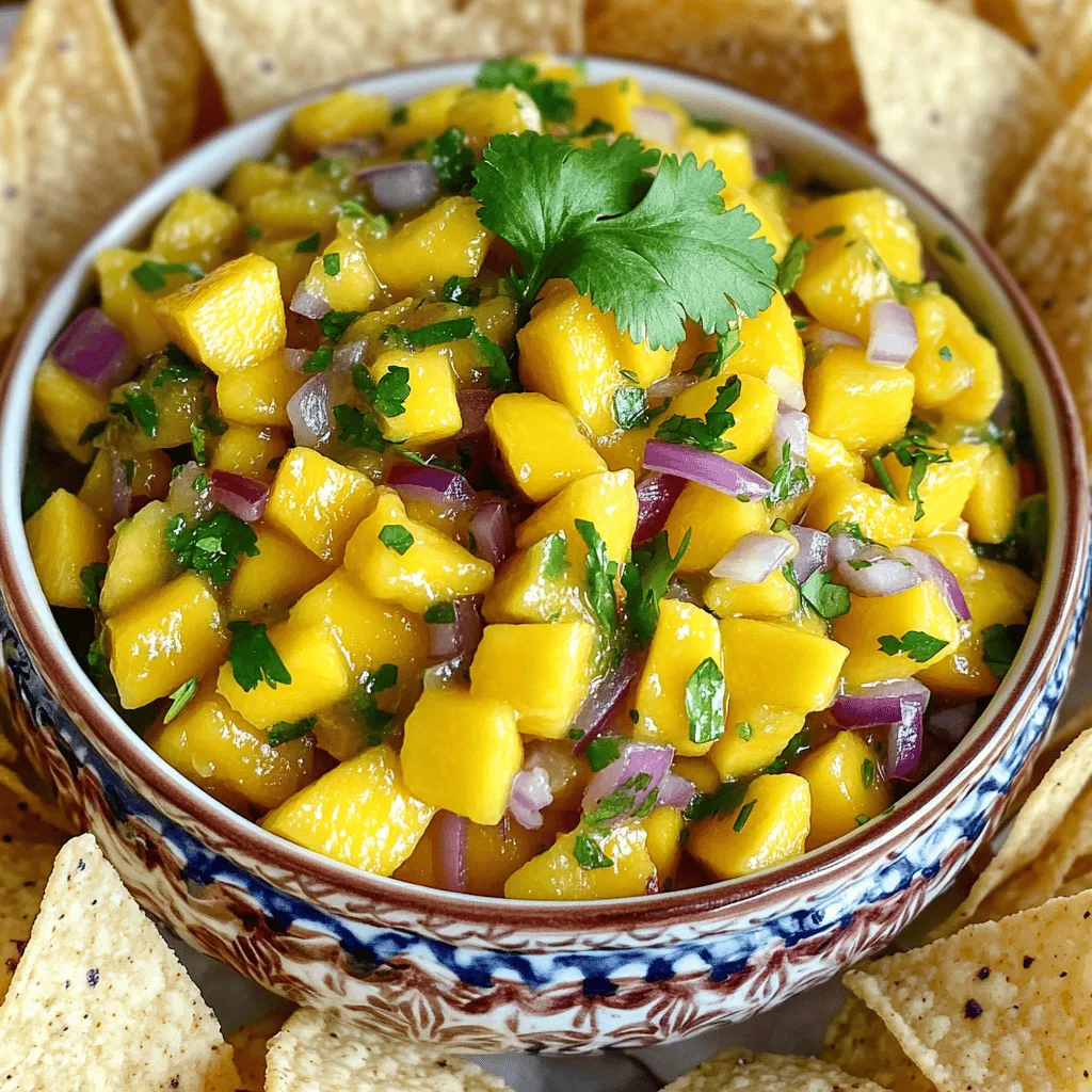 - 2 reife Mango, geschält und gewürfelt - 1 Habanero-Chili, entkernt und fein gehackt - 1 kleine rote Zwiebel, fein gehackt Die Mango ist süß und saftig. Sie gibt der Salsa eine tolle Basis. Habanero-Chili sorgt für die Schärfe. Verwende nur die Menge, die du magst. Die rote Zwiebel bringt einen knackigen Biss und Geschmack. - 1/4 Tasse frischer Koriander, gehackt - Saft von 2 Limetten - Salz nach Geschmack Frischer Koriander bringt einen frischen Geschmack. Der Limettensaft fügt Säure hinzu und hebt die Aromen. Salz hilft, die Zutaten zu verbinden und den Geschmack zu verstärken. - 1/2 Teelöffel Honig (optional, für eine süßere Note) - 1/2 rote Paprika, gewürfelt Honig kann die Schärfe der Habanero ausgleichen. Rote Paprika gibt Farbe und zusätzlichen Crunch. Du kannst sie weglassen oder hinzufügen, je nach deinem Geschmack. Mit diesen Zutaten machst du eine leckere Salsa, die jedem Gericht Leben einhaucht. - Mango schälen und würfeln: Beginne mit zwei reifen Mangos. Schäle sie und schneide sie in kleine Würfel. Die süße Mango bringt eine tolle Frische in die Salsa. - Habanero entkernen und hacken: Nimm eine Habanero-Chili. Entkerne sie vorsichtig, um die Schärfe zu mildern. Hacke sie dann fein. Du kannst die Menge anpassen, wenn du es milder magst. - Aufschnitt der Zwiebel und Paprika: Hacke eine kleine rote Zwiebel und würfle eine halbe rote Paprika. Beide Zutaten bringen Farbe und Geschmack in die Salsa. - Vermischen der Zutaten in einer Schüssel: Nimm eine große Schüssel. Gib die gewürfelte Mango, die Zwiebel, den Koriander und die Paprika hinein. Füge die gehackte Habanero hinzu. - Würzen mit Limettensaft und Salz: Presse den Saft von zwei Limetten über die Mischung. Streue etwas Salz hinzu und mische alles gut. Diese Zutaten verleihen der Salsa Frische und Geschmack. - Anpassung der Gewürze: Probiere die Salsa. Füge mehr Limettensaft oder Salz hinzu, wenn nötig. So kannst du die perfekte Balance finden. - Zeit im Kühlschrank: Decke die Salsa ab und stelle sie für mindestens 30 Minuten in den Kühlschrank. - Aromenentwicklung: Während dieser Zeit verbinden sich die Aromen und entfalten sich. So wird die Salsa noch schmackhafter. - Schärfegrad anpassen: Habaneros sind sehr scharf. Ich empfehle, mit einem kleinen Stück zu starten. Fügen Sie mehr hinzu, wenn Sie es schärfer mögen. So haben Sie die Kontrolle über die Schärfe. - Sicherheitshinweise: Tragen Sie Handschuhe, wenn Sie mit Habaneros arbeiten. Waschen Sie Ihre Hände danach gründlich. Vermeiden Sie es, Ihre Augen zu berühren. Die Schärfe kann brennen. - Vermeidung von zerdrückten Mangos: Seien Sie vorsichtig beim Mischen. Mischen Sie die Zutaten sanft, um die Mango-Stücke ganz zu lassen. Das gibt der Salsa eine schöne Textur. - Mixen der Zutaten: Mischen Sie alle Zutaten in einer großen Schüssel. Achten Sie darauf, die Mango nicht zu zerdrücken. So bleibt die Salsa frisch und knackig. - Präsentationstipps: Servieren Sie die Salsa in einer schönen Schüssel. Garnieren Sie sie mit frischem Koriander. Das sieht toll aus und macht Appetit. - Serviervorschläge: Diese Salsa passt perfekt zu Tortilla-Chips. Sie können sie auch zu Grillgerichten oder Tacos servieren. Die Kombination macht jedes Gericht lebendig. {{image_4}} Du kannst die Mango in dieser Salsa durch andere Früchte ersetzen. Ananas hat eine süße und saftige Note. Sie passt gut zu den scharfen Aromen der Habanero-Chili. Papaya ist eine weitere tolle Option. Sie bringt einen sanften, fruchtigen Geschmack. Beide Früchte machen die Salsa noch interessanter. Um die Salsa noch aufregender zu machen, kannst du Gewürze hinzufügen. Kreuzkümmel gibt ein warmes, erdiges Aroma. Paprika fügt eine milde Süße hinzu. Außerdem kannst du frische Kräuter verwenden. Minze oder Petersilie bringen eine frische Note. Sie passen gut zu Mango und Habanero. Diese Salsa ist sehr vielseitig. Du kannst sie als Dip für Tortilla-Chips verwenden. Sie ist perfekt für Partys oder Grillabende. Auch als Garnitur für gegrilltes Fleisch oder Fisch ist sie lecker. Sie bringt Farbe und Geschmack auf den Teller. Probier es aus und genieße die Kombination! Um die Salsa frisch zu halten, benutze einen luftdichten Behälter. Glas- oder Plastikbehälter sind ideal. Die Salsa bleibt im Kühlschrank etwa 3 bis 5 Tage haltbar. Achte darauf, sie gut abzudecken, damit sie nicht austrocknet. Wenn du mehr Salsa gemacht hast, kannst du sie auch einfrieren. Fülle die Salsa in einen gefrierfesten Behälter oder einen Ziploc-Beutel. Lasse etwas Platz für die Ausdehnung beim Einfrieren. Die Salsa hält bis zu 3 Monate im Gefrierfach. Zum Auftauen lege die Salsa einfach über Nacht in den Kühlschrank. Du kannst sie auch in der Mikrowelle auf niedriger Stufe auftauen. Hast du Reste? Nutze sie in verschiedenen Gerichten! Du kannst die Salsa zu Tacos, Burritos oder sogar auf gegrilltem Fisch verwenden. Sie passt auch gut zu Salaten oder als Dressing für gegrilltes Gemüse. Sei kreativ und genieße die Aromen! Spicy Mango Habanero Salsa ist eine frische, fruchtige Soße. Sie hat eine süße Note von Mango und eine scharfe Kick von Habanero. Diese Salsa wird oft als Dip oder Beilage verwendet. Der Geschmack ist eine perfekte Balance aus Süße und Schärfe. Das Aroma von frischem Koriander und Limette macht die Salsa lebendig. Sie passt gut zu vielen Gerichten, insbesondere zu Grillfleisch und Fisch. Habaneros sind sehr scharf. Sie liegen bei etwa 100.000 bis 350.000 Scoville-Einheiten. Zum Vergleich: Jalapeños haben nur 2.500 bis 8.000 Scoville-Einheiten. Das bedeutet, Habaneros sind bis zu 140 Mal schärfer als Jalapeños. Wenn du nicht so viel Schärfe magst, kannst du weniger Habanero verwenden. So kannst du die Schärfe anpassen und trotzdem den Geschmack genießen. Ja, die Salsa kann leicht vegan gemacht werden. Alle Zutaten in diesem Rezept sind bereits pflanzlich. Verwende einfach die genannten Zutaten ohne tierische Produkte. Der Honig ist optional und kann auch weggelassen oder durch Agavendicksaft ersetzt werden. So bleibt die Salsa lecker und vegan. Fertige Salsa findest du in vielen Supermärkten. Achte auf die Kühlabteilung oder die Regale mit internationalen Lebensmitteln. Marken wie Herdez oder Pace bieten gute Optionen. Du kannst auch lokale Märkte besuchen, die frische Salsa anbieten. Oft sind diese Salsas hausgemacht und schmecken sehr gut. Tortilla-Chips sind die beste Wahl für diese Salsa. Sie sind knusprig und ergänzen die fruchtige Salsa. Du kannst auch Gemüsechips oder Pita-Chips verwenden, wenn du etwas anderes willst. Diese Snacks sind perfekt, um die Aromen der Salsa zu genießen. Probiere auch nachos oder frisch gebackene Tortillas für einen besonderen Genuss. Diese Salsa aus Mango und Habanero bringt frische Aromen auf den Tisch. Du hast gesehen, wie man die Zutaten vorbereiten und richtig vermischen kann. Tipps zur Schärfe und Präsentation helfen, das Gericht zu perfektionieren. Variationen mit anderen Früchten und Kräutern machen es vielseitig. Vergiss nicht, wie du deine Salsa richtig lagerst und verwendest. Mit diesen Anleitungen bist du bestens gerüstet, um deine Freunde zu beeindrucken. Viel Spaß beim Ausprobieren und Genießen!