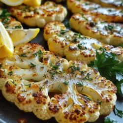 - 1 große Blumenkohlkopf - 4 Esslöffel Olivenöl - 4 Knoblauchzehen, fein gehackt - 1 Teelöffel getrockneter Thymian - 1 Teelöffel getrockneter Rosmarin - 1 Teelöffel geräuchertes Paprika - Salz und Pfeffer nach Geschmack - Frische Petersilie, gehackt - Zitronenschnitze zum Servieren Die Zutaten für die Knoblauch Kräuter Blumenkohlsteaks sind einfach und frisch. Der Blumenkohl ist die Hauptzutat. Er liefert eine tolle Textur und Geschmack. Das Olivenöl sorgt für eine schöne Bräunung. Der Knoblauch bringt ein kräftiges Aroma. Die Gewürze sind wichtig. Getrockneter Thymian und Rosmarin geben diesem Gericht Tiefe. Geräuchertes Paprika fügt einen leichten Rauchgeschmack hinzu. Salz und Pfeffer sind einfach, aber notwendig. Sie bringen alles zusammen. Frische Petersilie ist eine tolle Garnitur. Sie macht das Gericht farbenfroh und frisch. Die Zitronenschnitze bieten einen saftigen Kick. Sie heben die Aromen hervor und machen das Gericht lebendig. Mit diesen Zutaten wird dein Blumenkohlsteak lecker und einladend. Heize den Ofen auf 220 °C vor. Lege ein Backblech mit Backpapier aus. Nimm einen großen Blumenkohlkopf und entferne die Blätter. Schneide den Blumenkohl in Steaks, die etwa 2,5 cm dick sind. Du solltest etwa 4 bis 5 Steaks erhalten. Die restlichen Röschen kannst du für eine andere Mahlzeit aufbewahren. In einer kleinen Schüssel mische 4 Esslöffel Olivenöl mit 4 fein gehackten Knoblauchzehen. Füge 1 Teelöffel getrockneten Thymian, 1 Teelöffel getrockneten Rosmarin und 1 Teelöffel geräuchertes Paprika hinzu. Schmecke die Mischung mit Salz und Pfeffer ab. Rühre alles gut um, bis die Gewürze gleichmäßig verteilt sind. Bestreiche beide Seiten der Blumenkohlsteaks großzügig mit der Mischung. So werden die Steaks aromatisch und lecker. Lege die gewürzten Blumenkohlsteaks auf das Backblech. Achte darauf, dass sie nicht überlappen. Röste die Steaks im vorgeheizten Ofen für 25 bis 30 Minuten. Wende die Steaks nach der Hälfte der Zeit, damit sie gleichmäßig garen. Wenn sie goldbraun und zart sind, sind sie fertig. Nimm die Steaks aus dem Ofen und lasse sie kurz abkühlen. Garniere sie mit frischer Petersilie und serviere sie mit Zitronenschnitzen. - Die richtige Dicke der Steaks: Schneide die Blumenkohlsteaks 2,5 cm dick. Diese Dicke sorgt für eine schöne Röstung. Zu dünne Steaks können schnell anbrennen, während dickere Steaks nicht gleichmäßig gar werden. - Temperaturüberwachung während des Röstens: Röste die Steaks bei 220 °C. Achte darauf, die Steaks nach der Hälfte der Zeit zu wenden. So werden sie goldbraun und zart. Nutze einen Timer, um die Zeit im Auge zu behalten. - Verwendung frischer Kräuter: Frische Kräuter machen den Unterschied. Petersilie, Thymian oder Rosmarin bringen mehr Aroma. Füge sie nach dem Rösten hinzu, um den Geschmack zu verstärken. - Experimentieren mit zusätzlichen Gewürzen: Probiere verschiedene Gewürze aus. Gerösteter Kreuzkümmel oder Chili-Pulver geben einen tollen Kick. Achte darauf, nicht zu viele Gewürze zu verwenden, um den Blumenkohlgeschmack nicht zu überdecken. - Ansprechende Präsentation: Platziere die Blumenkohlsteaks auf einem großen Teller. Garniere sie mit frischer Petersilie und Zitronenschnitzen. Das sieht einladend aus und macht Lust auf mehr. - Beilagenempfehlungen: Serviere die Steaks mit einem frischen Salat oder Quinoa. Diese Beilagen ergänzen den Blumenkohl gut. Sie bringen Farbe und Textur auf den Tisch. {{image_4}} Um die Blumenkohlsteaks aufregender zu machen, probiere verschiedene Geschmäcker. - Asiatische Variante mit Sojasauce und Ingwer: Mische Sojasauce mit frischem Ingwer. Diese Mischung bringt umami und einen frischen Kick. Bestreiche die Steaks vor dem Rösten für ein neues Geschmackserlebnis. - Mediterrane Variante mit Feta und Oliven: Füge zerbröselten Feta und gehackte Oliven hinzu. Diese Zutaten verleihen den Steaks einen herzhaften und salzigen Geschmack. Es passt gut zu den Kräutern und dem Blumenkohl. Du kannst die Blumenkohlsteaks anpassen, um sie für alle geeignet zu machen. - Alternativen für Nicht-Veganer: Wenn du Käse magst, füge Parmesan oder Feta hinzu. Das gibt mehr Geschmack. Du kannst auch Joghurt als Dip verwenden, um die Steaks zu begleiten. - Glutenfreies Servieren sicherstellen: Alle Zutaten in diesem Rezept sind glutenfrei. Achte darauf, dass die Sojasauce auch glutenfrei ist, wenn du sie verwendest. Nutze saisonales Gemüse und frische Kräuter, um deine Steaks zu variieren. - Saisonales Gemüse hinzufügen: Im Frühling kannst du Spargel oder Zucchini hinzufügen. Im Sommer eignen sich Paprika und Tomaten gut. Sie bringen Farbe und Geschmack. - Verwendung von frischen Kräutern je nach Jahreszeit: Im Frühling nutze frischen Schnittlauch oder Petersilie. Im Winter sind Rosmarin und Thymian frisch lecker. Sie geben den Steaks das ganze Jahr über einen besonderen Touch. Um die Blumenkohlsteaks frisch zu halten, bewahren Sie die Reste im Kühlschrank auf. Legen Sie sie in einen luftdichten Behälter. So bleiben sie für etwa 3 bis 4 Tage gut. Für eine längere Haltbarkeit können Sie die Steaks auch einfrieren. Wickeln Sie sie fest in Frischhaltefolie ein und legen Sie sie in einen Gefrierbeutel. So halten sie sich bis zu 3 Monate. Der beste Weg, Blumenkohlsteaks aufzuwärmen, ist im Ofen. Heizen Sie den Ofen auf 180 °C vor. Legen Sie die Steaks auf ein Backblech und backen Sie sie für etwa 10-15 Minuten. So werden sie wieder knusprig. Sie können die Steaks auch in einer Pfanne bei mittlerer Hitze erwärmen. Fügen Sie ein wenig Öl hinzu, um sie saftig zu halten. Für andere Gerichte können Sie die Reste in Salaten oder Wraps verwenden. Sie passen auch gut zu Reisgerichten oder als Beilage zu Fleisch. Experimentieren Sie mit verschiedenen Kombinationen und genießen Sie die Vielseitigkeit der Blumenkohlsteaks! Blumenkohlsteaks halten sich gut im Kühlschrank. Lagern Sie sie in einem luftdichten Behälter. So bleiben sie frisch. Sie können die Steaks bis zu drei Tage aufbewahren. Achten Sie darauf, die Steaks vor dem Einlagern abkühlen zu lassen. So vermeiden Sie Feuchtigkeit und Schimmel. Wenn Sie die Steaks länger aufbewahren möchten, können Sie sie einfrieren. Wickeln Sie sie gut in Frischhaltefolie ein. So halten sie sich bis zu drei Monate. Ja, Sie können Blumenkohlsteaks im Voraus zubereiten. Schneiden Sie die Steaks und würzen Sie sie mit dem Knoblauch-Kräuteröl. Lagern Sie die gewürzten Steaks dann im Kühlschrank. Sie bleiben frisch für bis zu 24 Stunden. Wenn Sie bereit sind zu kochen, heizen Sie den Ofen vor. Rösten Sie die Steaks wie im Rezept beschrieben. So sparen Sie Zeit beim Kochen. Blumenkohlsteaks sind sehr vielseitig. Sie passen gut zu vielen Beilagen und Salaten. Hier sind einige Vorschläge: - Quinoa oder Farro für einen nussigen Geschmack - Ein einfacher grüner Salat mit Zitronen-Dressing - Geröstetes Gemüse wie Karotten oder Zucchini - Ein cremiger Joghurt-Dip oder Hummus - Gegrillte Pilze für zusätzlichen Umami-Geschmack Diese Beilagen ergänzen die Aromen der Blumenkohlsteaks perfekt. Zusammengefasst lernen Sie hier alles über köstliche Blumenkohlsteaks. Wir haben Hauptzutaten, Gewürze und Tipps besprochen. Richtig geröstet, können sie sowohl schmackhaft als auch gesund sein. Variationen und Aufbewahrung sind einfach, sodass jeder die Steaks genießen kann. Experimentieren Sie mit Aromen und finden Sie Ihre Lieblingsversion. Das Gericht ist vielseitig und passt zu vielen Beilagen. Probieren Sie es aus und genießen Sie die vielen Möglichkeiten!