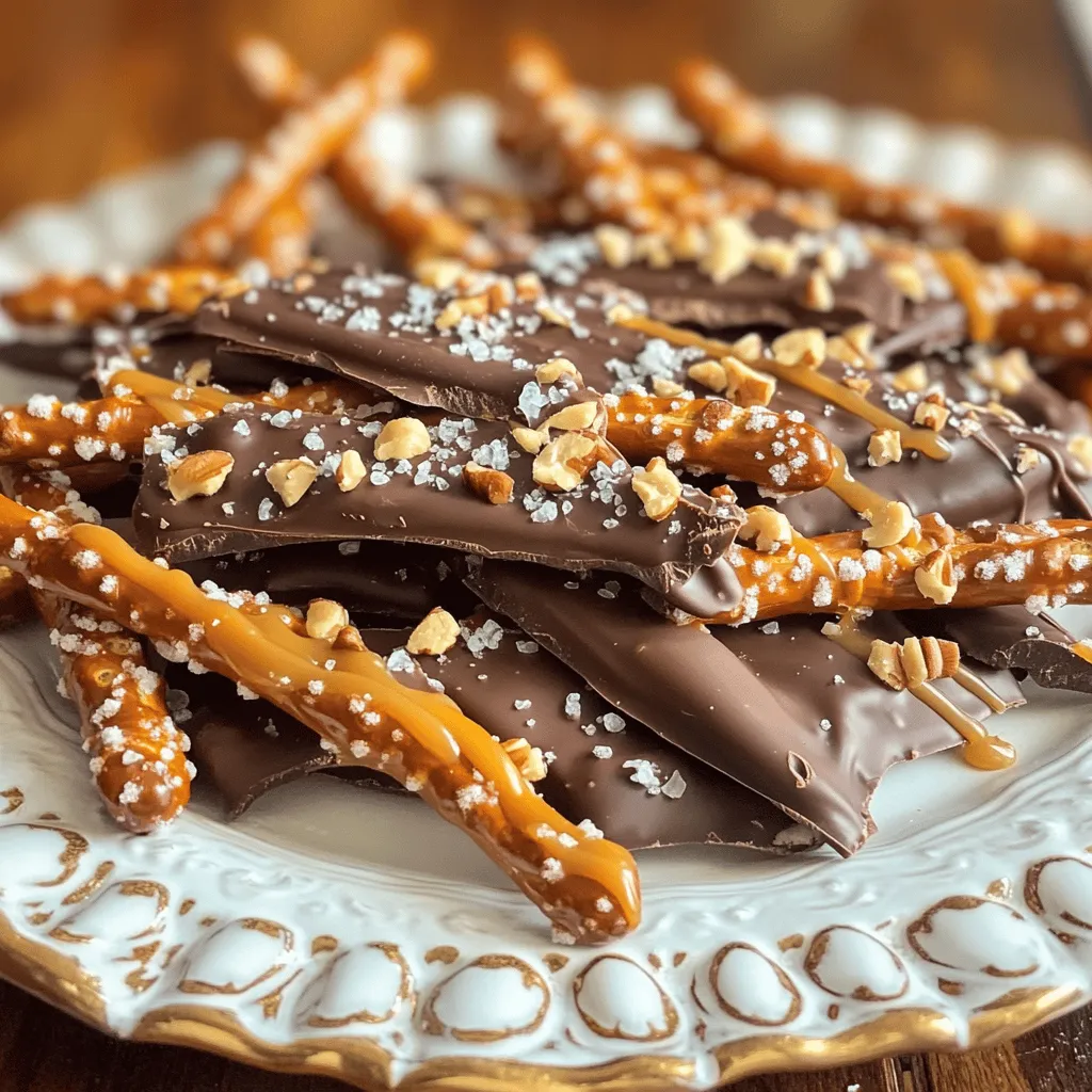 - 2 Tassen Brezelstangen - 1 Tasse halbsüße Schokoladenstückchen - 1 Tasse Karamellsauce Die Hauptzutaten sind einfach und lecker. Brezelstangen geben einen tollen Crunch. Schokoladenstückchen fügen süßen Geschmack hinzu. Karamellsauce bringt eine wunderbare, klebrige Süße. Diese Kombination ist ein Traum. - 1 Teelöffel Meersalz - 1/2 Tasse gehackte Nüsse (wie Pekannüsse oder Mandeln) - Optional: 1/4 Tasse Flocken von Meersalz zur Garnierung Zusätzliche Zutaten machen Ihr Snack-Erlebnis besser. Meersalz verstärkt den Geschmack. Gehackte Nüsse fügen einen tollen Crunch hinzu. Wenn Sie es schöner machen wollen, streuen Sie etwas Flocken von Meersalz obendrauf. Diese Zutaten machen den Snack besonders. - Heizen Sie Ihren Ofen auf 175°C vor. - Bereiten Sie ein Backblech vor. Legen Sie Backpapier darauf. - Ordnen Sie die Brezelstangen gleichmäßig auf dem Backblech an. Formen Sie ein Rechteck oder Quadrat. - Backen Sie die Brezeln für etwa 5 Minuten. Das macht sie knusprig. - Geben Sie die halbsüßen Schokoladenstückchen in eine mikrowellenfeste Schüssel. - Schmelzen Sie die Schokolade in der Mikrowelle in 30-Sekunden-Intervallen. Rühren Sie zwischendurch um. Die Schokolade sollte glatt sein. - Nehmen Sie die Brezeln aus dem Ofen. Träufeln Sie die geschmolzene Schokolade gleichmäßig über die Brezeln. - Erhitzen Sie die Karamellsauce in einer anderen mikrowellenfesten Schüssel. - Träufeln Sie die warme Karamellsauce über die schokoladenüberzogenen Brezeln. - Streuen Sie die gehackten Nüsse gleichmäßig über die Karamellschicht. - Zum Schluss streuen Sie das Meersalz über die Oberseite. - Kühlen Sie das Backblech für etwa 1 Stunde im Kühlschrank. - Brechen Sie die Rinde in Stücke, wenn sie fest ist. Servieren Sie die Stücke oder bewahren Sie sie auf. Um die Schokolade richtig zu schmelzen, benutze eine mikrowellenfeste Schüssel. Schmelze die Schokoladenstückchen in 30-Sekunden-Intervallen. Rühre nach jeder Runde gut um. So wird die Schokolade gleichmäßig warm und bleibt glatt. Für die Karamellsauce erhitze sie ebenfalls in der Mikrowelle. Stelle sicher, dass sie warm und flüssig ist. 20 bis 30 Sekunden sind genug. So kannst du die Karamellsauce einfach über die Brezeln träufeln. Du kannst verschiedene Nüsse verwenden. Pekannüsse, Mandeln oder Erdnüsse passen gut. Sie bringen einen tollen Crunch. Wenn du die Schokolade austauschen möchtest, probiere Vollmilch- oder weiße Schokolade. Jede Sorte hat ihren eigenen Geschmack. So kannst du dein Rezept ganz nach deinem Wunsch anpassen. {{image_4}} Um die Frische Ihrer Salted Caramel Pretzel Bark zu sichern, lagern Sie sie im Kühlschrank. Dies hilft, die Schokolade und das Karamell fest zu halten. Verwenden Sie einen luftdichten Behälter, um die Rinde vor Feuchtigkeit zu schützen. Wenn Sie keinen luftdichten Behälter haben, können Sie auch Frischhaltefolie benutzen. Stellen Sie sicher, dass die Rinde nicht mit anderen Lebensmitteln in Kontakt kommt, um unerwünschte Aromen zu vermeiden. Die Salted Caramel Pretzel Bark bleibt etwa zwei Wochen frisch. Achten Sie darauf, die Rinde rechtzeitig zu essen, um den besten Geschmack zu genießen. Wenn die Schokolade einen weißen Film zeigt, ist das ein Zeichen dafür, dass sie nicht mehr gut ist. Auch wenn die Rinde hart oder brüchig wird, ist es besser, sie nicht mehr zu essen. Sie können Ihre salted caramel pretzel bark süßer machen. Fügen Sie zusätzliche Süßigkeiten hinzu. Schokoladenstückchen in verschiedenen Geschmacksrichtungen machen Spaß. Versuchen Sie, kleine Stücke von getrockneten Früchten wie Cranberries oder Aprikosen hinzuzufügen. Diese bringen Frische und eine fruchtige Note. So wird der Snack noch interessanter und bunter. Wenn Sie es salziger mögen, gibt es viele Möglichkeiten. Verwenden Sie gesalzene Erdnüsse oder gesalzene Brezeln. Diese Zutaten heben den salzigen Geschmack hervor und ergänzen das Karamell. Das gibt der Rinde einen tollen Crunch. Eine Mischung aus gesalzenen Nüssen und Brezeln macht die Rinde noch knuspriger. Für eine gesündere Version verwenden Sie zuckerfreie Zutaten. Bei Karamellsauce gibt es einige zuckerfreie Optionen. Achten Sie darauf, dass die Schokolade ebenfalls zuckerfrei ist. So bleibt der süße Geschmack, aber mit weniger Zucker. Das ist ideal für alle, die auf ihre Ernährung achten. Die Zubereitung dauert insgesamt etwa 1 Stunde und 15 Minuten. Die Vorbereitungszeit beträgt 15 Minuten. Du brauchst dann etwa eine Stunde, damit die Rinde im Kühlschrank fest wird. Ja, du kannst die Karamellsauce einfach selbst zubereiten. Hier ist ein einfaches Rezept für hausgemachte Karamellsauce: - Zutaten: - 1 Tasse Zucker - 6 Esslöffel Butter - 1/2 Tasse Sahne - Eine Prise Salz - Zubereitung: 1. Zucker in einem Topf bei mittlerer Hitze schmelzen, bis er goldbraun wird. 2. Butter hinzufügen und gut rühren, bis sie schmilzt. 3. Sahne langsam einrühren, dabei vorsichtig sein, da es spritzen kann. 4. Eine Prise Salz hinzufügen und rühren, bis die Sauce glatt ist. 5. Abkühlen lassen, bevor du sie über die Brezeln gießt. Du findest salted caramel pretzel bark in vielen Geschäften und online. Beliebte Geschäfte sind Supermärkte und Feinkostläden. Online kannst du auf Websites wie Amazon oder speziellen Süßwarenläden nachsehen. Am Ende haben wir ein einfaches Rezept für Karamell-Brezel-Rinde. Du brauchst Brezelstangen, Schokolade und Karamellsauce. Folge den Schritten, um sie perfekt zuzubereiten. Denke daran, die Brezeln gut zu lagern, damit sie frisch bleiben. Variiere das Rezept nach deinem Geschmack oder für besondere Anlässe. Jetzt kannst du auch mit verschiedenen Zutaten spielen, um neue Kreationen zu schaffen. Viel Spaß beim Ausprobieren und Genießen dieser leckeren Snacks!