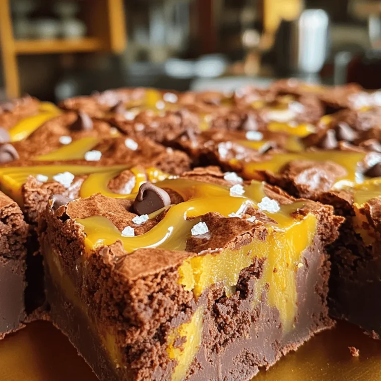- Butter, Zucker und Eier: Diese Zutaten bilden die Basis der Brownies. Ich benutze ungesalzene Butter für den besten Geschmack. Kristallzucker sorgt für die perfekte Süße. Die Eier geben dem Teig Struktur und Feuchtigkeit. - Mehl und Kakaopulver: Weizenmehl sorgt für die richtige Konsistenz, während ungesüßtes Kakaopulver für den schokoladigen Geschmack sorgt. Diese beiden Zutaten sind entscheidend für die Textur. - Schokoladenstückchen und Karamellsauce: Ich liebe es, halbbittersüße Schokoladenstückchen zu verwenden. Sie schmelzen schön und bringen einen reichhaltigen Geschmack. Karamellsauce, ob gekauft oder selbstgemacht, macht die Brownies besonders. - Vanilleextrakt, Backpulver und Salz: Vanilleextrakt verstärkt den Geschmack. Backpulver hilft den Brownies zu steigen und Salz sorgt für Balance. Diese kleinen Zutaten machen einen großen Unterschied. - Frisch gebrühter Kaffee: Ich füge immer etwas Kaffee hinzu, um den Schokoladengeschmack zu vertiefen. Der Kaffee bringt eine neue Dimension in die Brownies. Achte darauf, dass der Kaffee abgekühlt ist, bevor du ihn hinzufügst. Jede dieser Zutaten spielt eine wichtige Rolle. Wenn du sie richtig kombinierst, erhältst du köstliche, schokoladige Brownies mit einem verführerischen Karamellgeschmack. Heize deinen Ofen auf 175°C vor. Fette eine Backform (9x13 Zoll) leicht ein oder lege sie mit Backpapier aus. Miss alle Zutaten ab und stelle sie bereit. So kannst du schnell arbeiten. Schmelze die Butter in einem mittelgroßen Topf bei mittlerer Hitze. Nimm den Topf vom Herd, wenn die Butter geschmolzen ist. Rühre den Zucker gut unter die Butter. Füge die Eier nacheinander hinzu und rühre nach jedem Ei gut um. Gib dann den Vanilleextrakt dazu. Vermische in einer separaten Schüssel das Mehl, Kakaopulver, Backpulver und Salz. Füge die trockenen Zutaten nach und nach zur Butter-Zucker-Mischung hinzu. Rühre, bis alles gerade eben vermischt ist. Hebe die Schokoladenstückchen und den abgekühlten Kaffee vorsichtig unter. Gieße die Hälfte des Teigs in die vorbereitete Form. Verteile die Hälfte der Karamellsauce gleichmäßig darüber. Gieße den restlichen Teig darauf und träufle die restliche Karamellsauce obendrauf. Mit einem Messer kannst du die Karamellsauce sanft in den Teig wirbeln. Backe die Brownies 30-35 Minuten. Mach den Zahnstocher-Test, um sicherzustellen, dass sie perfekt sind. Streue sofort nach dem Backen die Meersalzflocken darüber. Lass die Brownies in der Form auskühlen, bevor du sie schneidest. Um perfekte Brownies zu backen, achte auf die Backzeit und Temperatur. Heize deinen Ofen auf 175°C vor. Die richtige Temperatur sorgt für gleichmäßiges Backen. Die Backzeit liegt bei 30 bis 35 Minuten. Nutze den Zahnstocher-Test, um die Konsistenz zu prüfen. Steche einen Zahnstocher in die Mitte der Brownies. Wenn er mit ein paar feuchten Krümeln herauskommt, sind sie fertig. Achte darauf, die Brownies nicht zu lange zu backen. So bleiben sie schön fudgy. Für mehr Geschmack kannst du verschiedene Karamellsaucen verwenden. Du kannst eine salzige Karamellsauce wählen, um den süßen Geschmack zu balancieren. Wenn du eine hausgemachte Karamellsauce machst, kannst du die Süße anpassen. Wähle auch die richtige Schokolade für intensiven Geschmack. Verwende hochwertige Schokoladenstückchen. Halbbittersüße Schokolade passt perfekt zu Karamell und Kaffee. Das Anrichten der Brownies ist einfach und macht Spaß. Schneide sie in gleichmäßige Quadrate. Lege die Brownies auf einen hübschen Teller. Gieße etwas extra Karamellsauce darüber. Das sieht nicht nur gut aus, sondern macht auch jedes Stück noch köstlicher. Denke an Gedeck und Serviervorschläge. Serviere die Brownies mit einer Kugel Eis oder Schlagsahne. Ein paar frische Beeren daneben machen das Dessert farbenfroh und einladend. {{image_4}} Du kannst deine Caramel Mocha Brownies aufpeppen! Füge Nüsse hinzu. Walnüsse oder Pekannüsse passen gut. Sie geben einen schönen Crunch. Keksbrösel sind auch eine tolle Option. Sie machen die Brownies noch schokoladiger. Gewürze sind ebenfalls eine spannende Wahl. Ein Hauch Zimt bringt Wärme. Ein Löffel Espresso verstärkt den Kaffee-Geschmack. Experimentiere mit diesen Zutaten und finde deinen Favoriten! Braucht dein Rezept Anpassungen? Für glutenfreie Brownies verwende einfach glutenfreies Mehl. Es funktioniert genau wie normales Mehl. Für vegane Brownies tausche die Eier gegen Apfelmus oder Leinsamen. Nutze vegane Butter und Schokolade. So bleiben alle glücklich, ohne auf Geschmack zu verzichten. Wie servierst du deine Brownies? Warm mit einer Kugel Eis ist ein Hit! Das Eis schmilzt leicht und macht alles cremig. Oder serviere die Brownies in Schalen. Das sieht toll aus und ist praktisch. Du kannst auch extra Karamellsauce darüber träufeln. So wird jeder Bissen noch besser! - Verwenden Sie einen luftdichten Behälter, um die Brownies frisch zu halten. - Lagern Sie die Brownies an einem kühlen, trockenen Ort. - Bei Raumtemperatur halten sie sich etwa eine Woche. - Im Kühlschrank bleiben sie bis zu zwei Wochen haltbar. - Lassen Sie die Brownies vollständig auskühlen. - Schneiden Sie die Brownies in Stücke und legen Sie sie in einen Gefrierbeutel. - Drücken Sie die Luft heraus und verschließen Sie den Beutel gut. - Zum Auftauen legen Sie die Brownies einfach in den Kühlschrank für ein paar Stunden. - Gefrorene Brownies eignen sich gut für Schichtdesserts oder Torten. - Die Mikrowelle ist schnell, aber der Ofen bringt die besten Ergebnisse. - Wenn Sie die Mikrowelle verwenden, erwärmen Sie sie in 10-Sekunden-Intervallen. - Im Ofen bei 160°C (320°F) für etwa 5-10 Minuten aufwärmen. - Die ideale Temperatur ist warm, damit die Schokolade leicht schmilzt. Karamell-Mocha-Brownies sind einfach zu lagern! Bei Raumtemperatur halten sie sich etwa 3 bis 4 Tage. Stelle sicher, dass du sie in einem luftdichten Behälter aufbewahrst. Im Kühlschrank bleiben sie frisch für bis zu einer Woche. Manchmal schmecken sie sogar noch besser, wenn sie ein paar Tage ruhen. Ja, du kannst ganz einfach Karamellsauce selbst machen! Du brauchst nur drei Zutaten: Zucker, Wasser und Sahne. Karamellisiere den Zucker in einem Topf mit Wasser, bis er goldbraun ist. Dann füge langsam die Sahne hinzu. Rühre gut um, bis die Mischung glatt ist. Lass die Sauce abkühlen, bevor du sie in deinen Brownies verwendest. Wenn deine Brownies zu trocken sind, gibt es einige Tipps. Du kannst ein Stück frisches Brot in die Box legen. Das hilft, die Feuchtigkeit zurückzubringen. Eine andere Möglichkeit ist, die Brownies mit etwas Schokoladensauce oder Karamellsauce zu beträufeln. So werden sie wieder saftiger. Um trockene Brownies zu vermeiden, achte auf die Backzeit. Mache den Zahnstocher-Test, um sicherzustellen, dass sie noch feucht sind. Du hast nun die Schritte und Tipps, um leckere Karamell-Mocha-Brownies zu backen. Wir haben die wichtigen Zutaten besprochen, die Zubereitung erklärt und wertvolle Tipps gegeben. Denke daran, die Backzeit zu beachten und deine Brownies gut zu lagern. Mit den Variationen kannst du deine eigenen Kreationen machen. Karamell und Schokolade schmecken einfach großartig zusammen! Genieße dein Backerlebnis und teile deine Brownies mit Freunden und Familie. So machst du jeden Tag ein Stückchen süßer.
