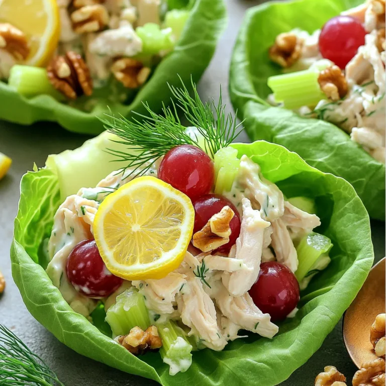 Um einen leckeren griechischer Joghurt Zitronen Hähnchensalat zu machen, benötigst du: - 500 g gekochte Hühnerbrust, zerrupft - 240 g griechischer Joghurt (Natur) - 1 Zitrone (Schale abreiben und Saft auspressen) - 120 g Sellerie, fein gehackt - 120 g rote Trauben, halbiert - 60 g rote Zwiebel, fein gewürfelt - 30 g Walnüsse, gehackt - 2 Esslöffel frischer Dill, gehackt (oder 1 Esslöffel getrockneter Dill) - Salz und Pfeffer nach Geschmack - Blätter von Kopfsalat zum Servieren Diese Zutaten bringen frischen Geschmack und gesunde Nährstoffe in dein Gericht. Die richtigen Gewürze machen den Unterschied. Hier sind die wichtigsten: - Dill fügt einen tollen Geschmack hinzu. Frischer Dill ist am besten, aber getrockneter geht auch. - Salz und Pfeffer sind wichtig, um die Aromen zu verstärken. - Der Saft und die Schale der Zitrone bringen eine spritzige Frische. Diese Gewürze und Kräuter machen deinen Salat lebendig und lecker. Du kannst einige Zutaten leicht ersetzen: - Wenn du kein Hähnchen magst, nimm Tofu oder Kichererbsen. - Anstelle von Sellerie kannst du Gurken oder Paprika verwenden. - Verwende griechischen Joghurt oder einen anderen cremigen Joghurt. - Walnüsse können durch Mandeln oder Sonnenblumenkerne ersetzt werden. Diese Alternativen bieten dir viele Möglichkeiten, deinen Salat anzupassen. Zuerst brauchst du gekochte Hühnerbrust. Nimm 500 g und zerrupfe sie in kleine Stücke. Du kannst übrig gebliebenes Hähnchen verwenden oder frisches Hähnchen kochen. Achte darauf, dass das Hähnchen gut durchgegart ist. Dies sorgt für einen sicheren Genuss. Zerzupfe das Hähnchen in einer großen Schüssel, um Platz für die anderen Zutaten zu schaffen. Jetzt kommt der Spaß! Füge 240 g griechischen Joghurt hinzu. Der Joghurt macht den Salat cremig und lecker. Reibe die Schale von einer Zitrone ab und presse den Saft aus. Gib beides in die Schüssel. Mische alles gut, bis das Hähnchen gleichmäßig mit der Joghurtmischung bedeckt ist. Nun füge 120 g fein gehackten Sellerie, 120 g halbierte rote Trauben und 60 g gewürfelte rote Zwiebel hinzu. Das gibt dem Salat Farbe und Textur. Mische sanft, damit die Trauben nicht zerdrückt werden. Zum Schluss kommen 30 g gehackte Walnüsse und 2 Esslöffel frischer Dill dazu. Du kannst auch 1 Esslöffel getrockneten Dill verwenden. Abschließend schmecke mit Salz und Pfeffer ab. Wenn du mehr Säure magst, gib etwas Zitronensaft hinzu. Deck die Schüssel ab und stelle sie mindestens 30 Minuten in den Kühlschrank. Dies hilft den Aromen, sich gut zu vermischen. Der Salat wird auch kühler und frischer. Zum Servieren kannst du frische Salatblätter als Basis verwenden. Löffle die Hähnchen-Joghurt-Mischung darauf. So hast du einen tollen Salat-Wrap! Wenn du magst, garniere mit einer Zitronenscheibe und einem Dillzweig für einen schönen Look. Ein häufiger Fehler ist, das Hähnchen zu lange zu kochen. Das macht das Fleisch trocken. Nutze stattdessen vorgekochtes Hähnchen oder koche es nur bis zur perfekten Garstufe. Achte auch auf die Menge an Joghurt. Zu viel kann den Salat schwer machen. Fange mit 240 g an und passe es nach deinem Geschmack an. Ein weiterer Fehler ist, die Trauben zu zerdrücken. Gehe vorsichtig beim Mischen vor. So bleiben die Trauben ganz und geben einen schönen Crunch. Vergiss nicht, den Dill erst am Ende hinzuzufügen. So bleibt sein frischer Geschmack erhalten. Du kannst diesen Salat auf viele Arten anpassen. Wenn du kein Hähnchen magst, probiere Thunfisch oder Kichererbsen. Diese Varianten geben dem Salat einen anderen Geschmack. Der Salat eignet sich gut für Picknicks oder als schnelles Mittagessen. Du kannst ihn auch in Wraps servieren. So wird er noch handlicher. Für einen knackigen Biss füge geröstete Mandeln oder Sonnenblumenkerne hinzu. Wenn du mehr Frische möchtest, probiere frische Minze oder Petersilie. Diese Kräuter bringen einen neuen Twist. Die Präsentation macht viel aus. Serviere den Salat auf großen Blättern von Kopfsalat. Das sieht schön aus und macht das Essen einfacher. Du kannst auch kleine Schalen nutzen, um Portionen zu zeigen. Garnieren mit einer Zitronenscheibe und einem Dillzweig macht den Salat noch ansprechender. Ein paar Walnusshälften oben drauf bringen einen tollen visuellen Effekt. So wird dein Hähnchensalat nicht nur lecker, sondern auch schön anzusehen. {{image_4}} Um eine vegetarische Version des Hähnchensalats zu machen, ersetzen Sie das Huhn. Eine gute Wahl ist Kichererbsen. Diese sind eiweißreich und geben einen tollen Biss. Eine andere Option sind geröstete Süßkartoffeln. Diese bringen eine süße Note und machen den Salat gehaltvoller. Auch Tofu oder Tempeh können gut passen. Bereiten Sie diese Zutaten einfach vorher zu und mischen Sie sie mit dem Joghurt. Für mehr Geschmack und Textur können Sie weitere Zutaten hinzufügen. Avocado macht den Salat cremiger und gesünder. Paprika gibt eine knackige Frische. Fügen Sie einige gehackte Nüsse oder Samen hinzu, um den Salat knuspriger zu machen. Auch frische Kräuter wie Petersilie oder Schnittlauch bringen eine schöne Note. Experimentieren Sie mit verschiedenen Kombinationen, um Ihren perfekten Salat zu finden. Passen Sie den Salat an Ihre Region an, um neue Aromen zu entdecken. Verwenden Sie regionale Früchte wie Äpfel oder Birnen für eine süße Note. In einigen Regionen sind auch eingelegte Gurken beliebt. Diese geben einen interessanten Geschmack. Verschiedene Käsesorten wie Feta oder Ziegenkäse können ebenfalls eine tolle Ergänzung sein. Lassen Sie Ihrer Kreativität freien Lauf und machen Sie den Salat zu Ihrem eigenen! Um den Griechischer Joghurt Zitronen Hähnchensalat frisch zu halten, lagere ihn in einem luftdichten Behälter. So bleiben die Aromen intakt. Stelle sicher, dass der Salat gut abgedeckt ist. Das verhindert, dass der Salat Gerüche aus dem Kühlschrank aufnimmt. Du kannst den Salat bis zu drei Tage im Kühlschrank aufbewahren. Die Haltbarkeit des Hähnchensalats hängt von den Zutaten ab. Bei richtiger Lagerung bleibt er bis zu drei Tage frisch. Nach dieser Zeit kann der Geschmack und die Textur nachlassen. Achte darauf, den Salat vor dem Servieren zu riechen und zu schauen. Wenn er seltsam aussieht oder riecht, wirf ihn weg. Das Einfrieren des Hähnchensalats ist nicht empfehlenswert. Der Joghurt kann beim Auftauen wässrig werden. Wenn du dennoch Reste einfrieren möchtest, mache es mit der Hühnerbrust allein. Du kannst das Hähnchen in einem gefriergeeigneten Behälter bis zu drei Monate aufbewahren. Auftauen kannst du es im Kühlschrank über Nacht. Danach kannst du es mit frischen Zutaten mischen, um den Salat neu zu machen. Um den Salat für Meal Prep anzupassen, bereite die Zutaten im Voraus vor. Koche die Hühnerbrust und zerrupfe sie. Mische den griechischen Joghurt mit Zitrone. Bewahre alles getrennt in Behältern auf. So bleibt der Salat frisch. Am Tag des Essens kannst du alles schnell zusammenfügen. Das spart Zeit und ist super praktisch. Ja, dieser Salat passt gut zu vielen Diäten. Der griechische Joghurt hat viel Protein und wenig Fett. Das Hähnchen ist ebenfalls eiweißreich. Die Trauben und der Sellerie bieten Vitamine und Ballaststoffe. Du kannst die Walnüsse weglassen, um Kalorien zu sparen. Achte nur auf die Portionsgröße. So bleibt der Salat leicht und gesund. Ja, du kannst frische Kräuter nutzen. Petersilie, Schnittlauch oder Basilikum sind tolle Alternativen. Diese Kräuter geben dem Salat einen anderen Geschmack. Frische Kräuter bringen mehr Aroma. Probiere verschiedene Kräuter aus, um deinen Lieblingsgeschmack zu finden. Hähnchensalat ist vielseitig und leicht zuzubereiten. Wir haben die besten Zutaten, Gewürze und Alternativen besprochen. Die Schritt-für-Schritt-Anleitung hilft dir, nichts zu vergessen. Mit Tipps und Tricks vermeidest du häufige Fehler und machst aus deinem Salat ein Highlight. Variationen und Lagerungshinweise zeigen dir, wie du kreativ sein kannst. Der Hähnchensalat ist nicht nur gesund, sondern auch anpassbar. Jetzt ist es an der Zeit, ihn auszuprobieren und deine eigenen Varianten zu entdecken!