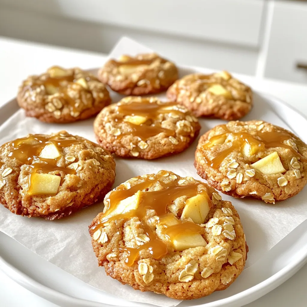 - 2 Tassen Weizenmehl - 1/2 Teelöffel Backpulver - 1/2 Teelöffel Natron - 1/4 Teelöffel Salz - 1/2 Tasse ungesalzene Butter, weich - 1/2 Tasse Kristallzucker - 1/2 Tasse brauner Zucker, fest verpackt - 1 großes Ei - 1 Teelöffel Vanilleextrakt Die Hauptzutaten sind wichtig für den perfekten Keks. Weizenmehl gibt Struktur. Backpulver und Natron helfen beim Aufgehen. Salz verstärkt den Geschmack. Ungesalzene Butter sorgt für eine cremige Textur. Kristallzucker und brauner Zucker geben Süße und Farbe. Das Ei bindet alles zusammen, während Vanilleextrakt den Keksen einen feinen Geschmack verleiht. - 1 Tasse geriebener Apfel (ca. 1 mittelgroßer Apfel) - 1 Teelöffel Zimt - 1/2 Tasse Karamellsoße - 1/2 Tasse Haferflocken - 1/2 Tasse gehackte Pekannüsse oder Walnüsse (optional) Zusätzliche Zutaten bringen den besonderen Geschmack. Der geriebene Apfel sorgt für Frische und Saftigkeit. Zimt bringt Wärme und Tiefe. Karamellsoße fügt eine süße Note hinzu. Haferflocken geben dem Keks eine gute Textur. Nüsse bringen einen knackigen Biss, sind aber optional. - Extra Karamellsoße zum Drizzeln - Servierempfehlungen mit Apfelscheiben Die Dekoration macht den Keks besonders. Ein Drizzle aus Karamellsoße sieht toll aus und schmeckt köstlich. Serviere die Kekse mit frischen Apfelscheiben. So sieht der Tisch einladend aus und bringt eine fruchtige Frische. Heize den Ofen auf 175°C vor. Das ist wichtig, damit die Kekse gleichmäßig backen. Lege ein Backblech mit Backpapier aus. So kleben die Kekse nicht fest. Nimm eine mittlere Schüssel. Vermische 2 Tassen Weizenmehl, 1/2 Teelöffel Backpulver, 1/2 Teelöffel Natron und 1/4 Teelöffel Salz gut miteinander. Diese Mischung gibt den Keksen Stabilität. Stell die Schüssel beiseite. In einer großen Schüssel, schlage 1/2 Tasse weiche Butter mit 1/2 Tasse Kristallzucker und 1/2 Tasse braunem Zucker. Mixe, bis die Mischung leicht und luftig ist. Füge 1 großes Ei und 1 Teelöffel Vanilleextrakt hinzu. Rühre alles gründlich. Jetzt gib langsam die trockenen Zutaten zur Buttermischung. Rühre weiter, bis alles gut vermischt ist. Jetzt kommt der Spaß! Hebe 1 Tasse geriebenen Apfel, 1 Teelöffel Zimt und 1/2 Tasse Haferflocken unter. Wenn du magst, füge auch 1/2 Tasse gehackte Pekannüsse oder Walnüsse hinzu. Zum Schluss, gieße 1/2 Tasse Karamellsoße in den Teig und vermische es sanft. Nimm einen Kekslöffel oder einen Esslöffel. Setze großzügige Portionen des Teigs auf das Backblech. Achte darauf, dass du genug Platz zwischen den Keksen lässt, mindestens 5 cm. Backe die Kekse 10-12 Minuten. Die Ränder sollten leicht goldbraun sein. Nimm die Kekse aus dem Ofen. Lass sie ein paar Minuten auf dem Blech stehen. Danach lege sie auf ein Kuchengitter zum Abkühlen. Zum Schluss, beträufle die Kekse mit zusätzlicher Karamellsoße. Das gibt extra Süße und sieht toll aus. Die Konsistenz des Keksteigs ist wichtig. Er sollte weich, aber nicht zu klebrig sein. Wenn der Teig zu nass ist, füge etwas mehr Mehl hinzu. Bei zu trockenem Teig kann ein Esslöffel Milch helfen. Rühre die Zutaten sanft, um die Luftigkeit zu bewahren. Lass den Teig kurz ruhen, damit sich die Aromen gut verbinden. Du kannst das Grundrezept leicht anpassen. Für einen nussigen Geschmack verwende verschiedene Nüsse, wie Mandeln oder Haselnüsse. Statt Äpfeln kannst du Birnen oder Pfirsiche verwenden. Füge für mehr Würze Muskatnuss oder Ingwer hinzu. Eine Prise Meersalz hebt den Geschmack der Karamellsoße hervor. Experimentiere mit Schokoladenstückchen für eine süße Note. Ein häufiger Fehler ist das Übermixen des Teigs. Dies macht die Kekse hart. Achte darauf, die trockenen Zutaten nur kurz zu vermengen. Auch das Backen sollte genau im Auge behalten werden. Lass die Kekse nicht zu lange im Ofen. Sie sind fertig, wenn die Ränder goldbraun sind. Die Kekse sind nach dem Backen weich und härten beim Abkühlen aus. {{image_4}} Wenn du glutenfreie Kekse machen möchtest, kannst du glutenfreies Mehl verwenden. Achte darauf, dass du eine Mischung wählst, die Bindemittel wie Xanthan enthält. So bleibt die Textur gut. Das Ergebnis wird trotzdem lecker und knusprig. Für eine vegane Version, ersetze die Butter mit veganer Butter. Statt eines Eies kannst du einen Ei-Ersatz wie Apfelmus oder Leinsamen verwenden. Mische einen Esslöffel Leinsamen mit drei Esslöffeln Wasser. Lass es ein paar Minuten stehen, bevor du es zum Teig hinzufügst. So bleibt der Keks schön feucht. Um den Keksen mehr Tiefe zu geben, kannst du Gewürze wie Muskatnuss oder Ingwer hinzufügen. Auch kleine Stücke von getrockneten Äpfeln schmecken toll. Probier auch, Schokoladenstückchen oder Karamellstückchen hinzuzufügen, um den Keks noch besser zu machen. Diese Variationen bringen neue Geschmäcker und machen das Rezept spannend. Um die Kekse frisch zu halten, lege sie in einen luftdichten Behälter. So bleiben sie weich und lecker. Du kannst auch ein Stück Brot hinzufügen. Das hilft, die Feuchtigkeit zu bewahren. Stelle den Behälter an einen kühlen, trockenen Ort. Vermeide direkte Sonneneinstrahlung. Um die Kekse einzufrieren, lasse sie zuerst ganz auskühlen. Lege sie dann in eine gefriergeeignete Tüte. Vergiss nicht, die Luft herauszudrücken. Du kannst die Kekse bis zu drei Monate einfrieren. Zum Aufwärmen, nimm sie einfach aus dem Gefrierfach. Lass sie bei Raumtemperatur auftauen oder wärme sie kurz im Ofen auf. Die Kekse sind bei richtiger Lagerung bis zu einer Woche haltbar. Achte darauf, sie in einem luftdichten Behälter zu halten. Nach dem Einfrieren bleiben sie bis zu drei Monate gut. Wenn du sie länger aufbewahren möchtest, überprüfe immer den Geruch und die Textur vor dem Essen. So kannst du sicher sein, dass sie noch frisch sind. Die Zubereitung der Karamell-Apfelkekse dauert etwa 15 Minuten. Die Backzeit beträgt 10-12 Minuten. Insgesamt benötigst du also etwa 25 Minuten. Du kannst mit diesem Rezept etwa 24 Kekse machen. Ja, du kannst auch andere Früchte verwenden. Birnen sind eine tolle Option. Sie haben einen ähnlichen Geschmack und machen die Kekse saftig. Du kannst auch andere Früchte ausprobieren, wie Pfirsiche oder Beeren. Achte darauf, die Menge an Karamellsoße anzupassen, um die Süße auszugleichen. Fertige Karamell-Apfelkekse sind in vielen Bäckereien und Supermärkten erhältlich. Du kannst auch online nachsehen. Websites wie Amazon oder lokale Bäckereien bieten oft leckere Optionen an. Achte auf Bewertungen, um die besten Kekse zu finden. Die Zubereitung von Karamell-Apfel-Pie-Кeksen ist einfach und macht Spaß. Sie starten mit den Hauptzutaten wie Weizenmehl und Butter. Folgen Sie der Schritt-für-Schritt-Anleitung für perfekt gebackene Kekse. Vergessen Sie nicht die Tipps, um häufige Fehler zu vermeiden. Variationen bieten viele Möglichkeiten, um neue Geschmäcker zu entdecken. Die perfekten Kekse lassen sich einfach lagern und sogar einfrieren. Mit nur wenigen Zutaten und einem klaren Plan gelingt Ihnen ein köstliches Ergebnis, das die ganze Familie begeistert. Backen macht Freude und bringt Qualität in die Küche!