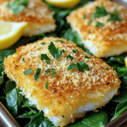 - 4 Tilapiafilets - 1 Tasse Panko-Brösel - ½ Tasse geriebener Parmesan-Käse - 1 Esslöffel Knoblauchpulver - 1 Teelöffel Zwiebelpulver - 1 Teelöffel Paprika - 2 Esslöffel frische Petersilie, gehackt - 2 Esslöffel Olivenöl - 1 Esslöffel Zitronensaft - Salz und Pfeffer nach Geschmack Die Zutaten sind einfach zu finden. Tilapia ist ein milder Fisch und passt gut zu vielen Aromen. Panko-Brösel geben der Kruste einen tollen Crunch. Parmesan bringt einen herzhaften Geschmack. Knoblauchpulver und Zwiebelpulver fügen Tiefe hinzu. Paprika sorgt für eine schöne Farbe. Frische Petersilie gibt ein wenig Frische und Farbe. Olivenöl hilft, die Kruste knusprig zu machen. Zitronensaft bringt einen spritzigen Geschmack. Salz und Pfeffer runden das Ganze ab. So haben Sie eine tolle Mischung aus Zutaten, die zusammen eine köstliche Mahlzeit ergeben. 1. Heizen Sie den Ofen auf 200°C (400°F) vor. Dies bereitet die perfekte Umgebung zum Backen vor. 2. In einer großen Schüssel vermengen Sie die Panko-Brösel, geriebenen Parmesan, Knoblauchpulver, Zwiebelpulver, Paprika, gehackte Petersilie, Salz und Pfeffer. Diese Mischung gibt dem Fisch einen tollen Geschmack. 3. Bestreichen Sie die Tilapiafilets mit Olivenöl und Zitronensaft. Das hilft der Kruste, gut zu haften und gibt Frische. 4. Verteilen Sie die Bröselmischung gleichmäßig auf jedem Filet. Drücken Sie sie leicht an, damit sie perfekt haftet. 5. Backen Sie die Tilapiafilets im vorgeheizten Ofen für 12-15 Minuten. Der Fisch sollte gar und die Kruste goldbraun sein. Die Schritte sind einfach und machen das Kochen so viel Spaß! Um die perfekte Kruste zu erzielen, drücken Sie die Bröselmischung gut an. So bleibt sie beim Backen an den Filets haften. Ein weiterer Tipp ist, die Mischung vor dem Backen leicht mit Olivenöl zu besprühen. Dieses kleine Extra hilft, die Kruste knusprig zu machen. Achten Sie darauf, den Fisch genau 12-15 Minuten zu backen. So wird er schön gar, ohne zu trocken zu werden. Frische Petersilie und Zitronenscheiben machen das Gericht lebendig. Garnieren Sie die Filets nach dem Backen großzügig damit. Zudem passen Beilagen wie gedünstetes Gemüse oder ein einfacher Salat hervorragend dazu. Ein gemischter grüner Salat bringt frische und Textur in Ihr Essen. Wenn Sie die Tilapiafilets grillen möchten, ist das ebenfalls möglich. Verwenden Sie die gleiche Bröselmischung und grillen Sie die Filets etwa 6-7 Minuten pro Seite. Sie können auch andere Fischsorten ausprobieren. Forelle oder Kabeljau eignen sich gut für diese Art der Zubereitung. Experimentieren Sie mit dem Fisch, um neue Geschmäcker zu entdecken! {{image_4}} Um deinen Baked Parmesan Crusted Tilapia aufzupeppen, kannst du verschiedene Gewürze hinzufügen. Italienische Kräuter wie Oregano und Basilikum bringen Umami-Geschmack. Einfach einen Teelöffel von jedem Gewürz in die Bröselmischung geben. Für eine scharfe Note füge etwas Cayennepfeffer hinzu. Ein halber Teelöffel reicht oft aus, um den perfekten Kick zu erzielen. Gemüse ist eine tolle Ergänzung zu diesem Gericht. Du kannst Beilagen-Gemüse wie Karotten, Zucchini und Paprika im Ofen rösten. Schneide das Gemüse in gleichmäßige Stücke, würze es mit Olivenöl, Salz und Pfeffer und röste es bei 200°C. Eine andere Möglichkeit ist, den Tilapia auf einem Bett aus Spinat zu servieren. So bleibt der Fisch saftig und der Spinat gibt einen frischen Geschmack. Wenn du variieren möchtest, probiere andere Käsesorten. Mozzarella gibt eine cremige Textur, während Feta einen salzigen, pikanten Geschmack hinzufügt. Du kannst auch eine Mischung aus verschiedenen Käsesorten verwenden, um neue Aromen zu entdecken. Experimentiere ruhig und finde deinen Lieblingsgeschmack! - Kühlen Sie die Reste in einem luftdichten Behälter. - Lagern Sie die Reste nicht länger als 3 Tage im Kühlschrank. Die richtige Aufbewahrung von gebackenem Parmesan-Krustentilapia ist wichtig. So bleibt der Fisch frisch und lecker. Stellen Sie sicher, dass der Behälter gut verschlossen ist. Dies hilft, Gerüche aus dem Kühlschrank zu vermeiden. - Legen Sie die Filets in einen gefriersicheren Behälter. - Trennen Sie die Schichten mit Backpapier, damit sie nicht zusammenkleben. Möchten Sie den Tilapia länger aufbewahren? Dann einfrieren! Der Fisch hält sich bis zu 3 Monate im Gefrierschrank. Zum Auftauen können Sie die Filets über Nacht im Kühlschrank lassen. Alternativ können Sie sie in der Mikrowelle auftauen. - Machen Sie einen leckeren Salat mit dem Tilapia. - Fügen Sie den Fisch zu Wraps hinzu. Resteverwertung macht Spaß! Sie können den gebackenen Tilapia auch in einem Salat verwenden. Kombinieren Sie ihn mit frischem Gemüse und einem leichten Dressing. In einem Wrap ist er ebenfalls köstlich. Fügen Sie Avocado und Tomaten hinzu für mehr Geschmack. Die optimale Backzeit für Tilapia beträgt 12 bis 15 Minuten bei 200°C. Der Fisch sollte leicht mit einer Gabel zerfallen und die Kruste goldbraun sein. Ich empfehle, den Fisch während des Backens im Auge zu behalten. Jeder Ofen ist anders. Ja, gefrorene Tilapiafilets sind gut geeignet. Sie müssen sie jedoch zuerst auftauen. Lassen Sie sie im Kühlschrank für einige Stunden auftauen. Alternativ können Sie sie in kaltem Wasser auftauen. Achten Sie darauf, die Filets gut abzutrocknen, bevor Sie sie zubereiten. So bleibt die Kruste schön knusprig. Zu diesem Gericht passen viele Beilagen. Ich empfehle frischen Spinat oder einen bunten Salat. Auch Reis oder Quinoa sind gute Optionen. Für Getränke passen ein leichter Weißwein oder ein spritziges Mineralwasser sehr gut. Ja, Sie können andere Käsesorten verwenden. Mozzarella oder Feta geben einen anderen Geschmack. Experimentieren Sie mit verschiedenen Käsesorten, um Ihre perfekte Kombination zu finden. Achten Sie darauf, den Käse gut zu reiben oder zu zerbröseln, damit er gut schmilzt und haftet. Dieses Rezept für Baked Parmesan Crusted Tilapia bietet einfache Anleitung und gute Zutaten. Ich habe die besten Gewürze für Geschmack verwendet. Außerdem kannst du mit Gemüse und Käsevariationen kreativ sein. Reste lassen sich gut aufbewahren oder in neuen Gerichten nutzen. Genieße die Vielseitigkeit und den Geschmack dieses Gerichts. Probiere es aus und finde deine eigene Lieblingsvariation!