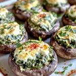 Für diese leckeren gefüllten Pilze brauchen wir: - 12 große Portobello-Pilze, Stiele entfernt - 2 Tassen frischer Spinat, grob gehackt - 1 Tasse Frischkäse, weich - 1/2 Tasse geriebener Parmesan-Käse - 1/2 Tasse geriebener Mozzarella-Käse - 2 Knoblauchzehen, fein gehackt Diese Zutaten bringen den vollen Geschmack in jedes Gericht. Die Portobello-Pilze sind groß und fleischig. Sie bieten eine perfekte Basis für die Füllung. Spinat bringt Frische und Farbe. Der Frischkäse macht die Füllung cremig und lecker. Parmesan und Mozzarella sorgen für den herzhaften Käsegeschmack. Für den besten Geschmack benötigen wir: - 1 Teelöffel Zwiebelpulver - 1/2 Teelöffel rote Pfefferflocken (optional) - Salz und Pfeffer nach Geschmack - 2 Esslöffel Olivenöl Diese Gewürze bringen das Gericht auf die nächste Stufe. Zwiebelpulver gibt einen milden Zwiebelgeschmack. Rote Pfefferflocken fügen eine leichte Schärfe hinzu. Olivenöl sorgt für einen reichhaltigen Geschmack und hilft beim Braten des Knoblauchs. Salz und Pfeffer sind wichtig, um die Aromen zu verstärken. Für das besondere Etwas zu den gefüllten Pilzen können Sie verwenden: - Frische Petersilie, gehackt (zum Garnieren) Die frisch gehackte Petersilie gibt den gefüllten Pilzen einen schönen Farbkontrast. Sie bringt auch einen frischen Geschmack mit sich. So sieht das Gericht nicht nur gut aus, sondern schmeckt auch noch besser. Heize deinen Ofen auf 190°C vor. Nimm die großen Portobello-Pilze und entferne die Stiele. Reinige die Pilze vorsichtig mit einem feuchten Tuch. Lege sie mit der Kammseite nach oben auf ein Backblech. Beträufle sie mit Olivenöl und würze sie mit Salz und Pfeffer. Diese Schritte bereiten die Pilze perfekt für die Füllung vor. Erhitze einen Schuss Olivenöl in einer Pfanne bei mittlerer Hitze. Füge die fein gehackten Knoblauchzehen hinzu und brate sie für etwa eine Minute. Der Knoblauch sollte duften, aber nicht bräunen. Jetzt kommt der grob gehackte Spinat. Brate ihn, bis er zusammengefallen ist. Dies dauert etwa 2-3 Minuten. Nimm die Pfanne dann vom Herd und lasse die Mischung abkühlen. In einer großen Rührschüssel kombinierst du den weichen Frischkäse, den geriebenen Parmesan und den geriebenen Mozzarella. Füge die abgekühlte Spinat-Knoblauch-Mischung hinzu. Gib auch das Zwiebelpulver und die roten Pfefferflocken dazu, falls du sie verwendest. Mische alles gut, bis du eine cremige Füllung hast. Fülle jede Pilzkappe großzügig mit dieser Mischung. Drücke die Füllung sanft hinein, damit sie gut hält. Schiebe das Backblech mit den gefüllten Pilzen in den vorgeheizten Ofen. Backe sie für 20-25 Minuten. Die Pilze sind fertig, wenn sie zart sind und die Oberseite goldbraun wird. Nimm die Pilze aus dem Ofen und lasse sie einige Minuten abkühlen. Vor dem Servieren kannst du sie mit frisch gehackter Petersilie garnieren. Um die Füllung lecker zu machen, verwende frische Zutaten. Ich empfehle, den Spinat gut zu waschen und grob zu hacken. So bleibt der Geschmack frisch und kräftig. Achte darauf, den Frischkäse gut weich zu machen. Das macht das Mischen einfacher. Parmesan und Mozzarella geben der Füllung einen tollen Geschmack und eine schöne Textur. Füge auch ein bisschen Salz und Pfeffer hinzu, um den Geschmack zu verstärken. Wenn du die Pilze füllst, achte darauf, die Mischung gut zu drücken. So bleibt die Füllung beim Backen nicht lose. Verwende einen Löffel oder eine kleine Kelle, um die Füllung gleichmäßig zu verteilen. Die Pilzkappen sollten voll gefüllt sein, aber nicht überlaufen. Das sorgt dafür, dass sie beim Backen schön aussehen und gut schmecken. Die gefüllten Pilze passen gut zu einem frischen Salat oder knusprigem Brot. Du kannst auch einen Dip wie Aioli oder eine Tomatensauce dazu servieren. Wenn du Wein magst, probiere einen leichten Weißwein. Er ergänzt den Geschmack von Spinat und Käse. Für ein größeres Menü sind diese Pilze eine tolle Vorspeise oder Beilage. Sie sind einfach, lecker und sehen toll aus! {{image_4}} Wenn du eine vegetarische Option suchst, ist das kein Problem. Du kannst die Portobello-Pilze durch große Champignons ersetzen. Diese sind leicht und lecker. Du kannst auch andere Gemüse wie Zucchini oder Paprika verwenden. Sie geben einen tollen Geschmack und sind nahrhaft. Um die Füllung noch besser zu machen, füge Zutaten hinzu. Gehackte Walnüsse geben einen tollen Crunch. Auch getrocknete Tomaten bringen eine fruchtige Note. Für einen asiatischen Twist kannst du Sesamöl und Sojasauce verwenden. Diese Zutaten machen die Pilze noch interessanter. Wenn du glutenfrei essen musst, achte auf die Zutaten. Der Frischkäse und die Käsesorten sind oft glutenfrei. Stelle sicher, dass keine glutenhaltigen Füllstoffe verwendet werden. Serviere die Pilze mit einem frischen Salat. So hast du eine gesunde, glutenfreie Mahlzeit. Um die Reste der cremigen Spinat-Parmesan gefüllten Pilze richtig zu lagern, lassen Sie sie zuerst abkühlen. Legen Sie die Pilze in einen luftdichten Behälter. Sie können auch Frischhaltefolie verwenden. Stellen Sie sicher, dass der Behälter gut verschlossen ist. So bleiben die Aromen frisch. Lagern Sie den Behälter im Kühlschrank. Die gefüllten Pilze können so für bis zu drei Tage aufbewahrt werden. Wenn Sie die gefüllten Pilze aufwärmen möchten, nutzen Sie den Ofen für das beste Ergebnis. Heizen Sie den Ofen auf 180°C vor. Legen Sie die Pilze auf ein Backblech und decken Sie sie mit Alufolie ab. So bleiben sie saftig. Erwärmen Sie die Pilze für etwa 10 bis 15 Minuten. Alternativ können Sie die Pilze auch in der Mikrowelle aufwärmen. Stellen Sie die Mikrowelle auf eine niedrige Stufe und erwärmen Sie sie schrittweise. Achten Sie darauf, dass sie nicht austrocknen. Die Haltbarkeit der gefüllten Pilze hängt von der Lagerung ab. Im Kühlschrank sind sie bis zu drei Tage haltbar. Wenn Sie die Pilze länger aufbewahren möchten, können Sie sie einfrieren. Wickeln Sie jede Pilzkappe in Frischhaltefolie und legen Sie sie in einen Gefrierbeutel. So bleiben sie bis zu drei Monate frisch. Beim Auftauen die Pilze im Kühlschrank über Nacht lassen. So behalten sie ihren Geschmack und ihre Textur. Gefüllte Pilze lassen sich gut lagern. Sie sind im Kühlschrank etwa 3 bis 5 Tage haltbar. Achte darauf, sie in einem luftdichten Behälter zu verstauen. So bleiben sie frisch und lecker. Wenn du sie länger aufbewahren möchtest, friere sie ein. Im Gefrierfach sind sie bis zu 3 Monate haltbar. Ja, du kannst die Pilze im Voraus vorbereiten. Fülle die Pilze und lagere sie im Kühlschrank. Sie bleiben so bis zu 24 Stunden frisch. Du kannst sie auch direkt nach dem Füllen backen. Lass sie vor dem Backen auf Zimmertemperatur kommen. Das sorgt für ein besseres Backergebnis. Zu den gefüllten Pilzen passen viele Beilagen. Ein frischer grüner Salat bringt Farbe auf den Tisch. Du kannst auch knuspriges Brot dazu reichen. Es eignet sich gut, um die cremige Füllung aufzusaugen. Auch ein einfacher Reis oder Quinoa schmeckt toll dazu. Gefüllte Pilze sind ein leckeres Gericht, das einfach zuzubereiten ist. Wir haben die wichtigsten Zutaten, eine Schritt-für-Schritt-Anleitung und wertvolle Tipps behandelt. Variationen wie vegetarische und glutenfreie Optionen sind einfach umzusetzen. Zudem gibt es Lösungen zur Lagerung und häufige Fragen werden beantwortet. Egal, ob du ein Hobbykoch bist oder gerade erst anfängst, dieser Prozess macht Spaß. Die gefüllten Pilze bieten viele Möglichkeiten für jeden Geschmack. Probiere sie aus und genieße dein eigenes Gericht!