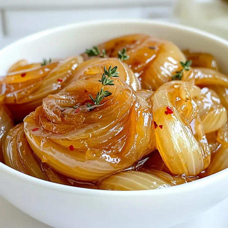 Um köstliche Slow Cooker Maple Glazed Caramelized Onions zu machen, benötigen Sie: - 4 große gelbe Zwiebeln, dünn geschnitten - 60 g ungesalzene Butter - 60 ml reiner Ahornsirup - 1 Teelöffel frische Thymianblätter (oder 1/2 Teelöffel getrockneter Thymian) - 1/2 Teelöffel Salz - 1/4 Teelöffel schwarzer Pfeffer - 1 Esslöffel Balsamico-Essig - Eine Prise rote Pfefferflocken (optional für Schärfe) Sie können die Zwiebeln durch andere Sorten ersetzen. Zum Beispiel, rote Zwiebeln geben einen süßeren Geschmack. Auch das Hinzufügen von Knoblauch kann die Aromen intensivieren. Für eine rauchige Note kann Speck hinzugefügt werden. Wer es schärfer mag, sollte mehr rote Pfefferflocken verwenden oder frischen Chili hinzufügen. Wenn Sie keinen Ahornsirup haben, können Sie Honig als Ersatz verwenden. Achten Sie darauf, dass Honig süßer ist, also weniger verwenden. Falls frischer Thymian fehlt, ist getrockneter Thymian eine gute Option. Auch ohne Balsamico-Essig können Sie Zitronensaft verwenden, um eine frische Note hinzuzufügen. Zuerst schmelze ich die Butter im Slow Cooker. Ich stelle das Gerät auf niedrige Stufe. Nach dem Schmelzen füge ich die geschnittenen Zwiebeln hinzu. Ich rühre gut um, damit jede Zwiebel mit Butter bedeckt ist. Das hilft, die Aromen gleichmäßig zu verteilen. Jetzt kommt der Ahornsirup. Ich gieße ihn direkt über die Zwiebeln. Dann streue ich die frischen Thymianblätter, das Salz und den schwarzen Pfeffer darüber. Wenn ich es würziger mag, füge ich auch rote Pfefferflocken hinzu. Ich mische alle Zutaten gut. Danach decke ich den Slow Cooker ab. Ich lasse die Zwiebeln für 6 bis 8 Stunden garen. Während dieser Zeit rühre ich gelegentlich um. So karamellisieren die Zwiebeln gleichmäßig. Am Ende der Garzeit rühre ich den Balsamico-Essig ein. Dieser Schritt bringt eine schöne Balance zwischen Süße und Säure. Ich lasse die Zwiebeln kurz abkühlen, bevor ich sie serviere oder lagere. Die Zwiebeln sind jetzt perfekt für viele Gerichte. Ein häufiger Fehler ist, die Zwiebeln zu früh zu salzen. Das Salz entzieht den Zwiebeln Wasser. Warte damit, bis sie anfangen zu karamellisieren. Ein weiterer Fehler ist das Überfüllen des Slow Cookers. Zu viele Zwiebeln deckeln den Geschmack und die Textur. Halte dich an die Menge in diesem Rezept. Um die Zwiebeln perfekt zu karamellisieren, schneide sie gleichmäßig. Dicke Stücke karamellisieren nicht gleich. Die Hitze muss niedrig bleiben, also wähle die niedrige Stufe. Rühre sie alle 1-2 Stunden um. Das sorgt für gleichmäßige Bräunung und verhindert Anbrennen. Für dieses Rezept benötigst du einen Slow Cooker. Ein scharfes Messer hilft beim Schneiden der Zwiebeln. Ein Schneidebrett ist wichtig, um sicher zu arbeiten. Verwende einen Holzlöffel, um die Zwiebeln zu rühren. Eine Küchenwaage ist nützlich, um die Butter genau abzuwiegen. {{image_4}} Sie können den Geschmack der Zwiebeln leicht ändern. Fügen Sie eine oder zwei zerdrückte Knoblauchzehen hinzu, bevor die Zwiebeln garen. Der Knoblauch gibt ein tolles Aroma. Wenn Sie Speck mögen, braten Sie etwas Speck in einer Pfanne an. Fügen Sie den Speck zu den Zwiebeln im Slow Cooker hinzu. Der Speck bringt einen herzhaften Geschmack, der perfekt zu den süßen Zwiebeln passt. Sie können verschiedene Zwiebelarten verwenden. Gelbe Zwiebeln sind süß und mild. Rote Zwiebeln haben einen leicht scharfen Geschmack und eine schöne Farbe. Weiße Zwiebeln sind schärfer, aber sie karamellisieren gut. Jede Zwiebelart gibt ein anderes Aroma. Experimentieren Sie, um Ihre Lieblingskombination zu finden. Für vegane Zwiebeln ersetzen Sie die Butter durch Pflanzenöl oder vegane Butter. Alle anderen Zutaten sind vegan. Wenn Sie glutenfrei essen, prüfen Sie den Balsamico-Essig. Die meisten sind glutenfrei, aber es lohnt sich, das Etikett zu lesen. Diese Anpassungen machen das Rezept für jeden geeignet. Um die karamellisierten Zwiebeln frisch zu halten, lagern Sie sie in einem luftdichten Behälter. Achten Sie darauf, dass die Zwiebeln vollständig abgekühlt sind, bevor Sie sie verpacken. So verhindern Sie Kondensation und Feuchtigkeit, die die Zwiebeln verderben könnten. Lagern Sie den Behälter im Kühlschrank. Karamellisierte Zwiebeln sind sehr vielseitig. Sie können sie in vielen Gerichten verwenden. Hier sind einige Ideen: - Fügen Sie sie zu Burgern hinzu für mehr Geschmack. - Mischen Sie sie in Risotto für eine süße Note. - Verwenden Sie sie als Topping auf Pizza oder Flammkuchen. - Mischen Sie sie in Dips oder Aufstriche für einen besonderen Kick. Im Kühlschrank halten sich die karamellisierten Zwiebeln bis zu einer Woche. Wenn Sie sie länger lagern möchten, frieren Sie sie ein. In einem gefrierfesten Behälter können sie bis zu drei Monate haltbar sein. Achten Sie darauf, die Zwiebeln vor dem Einfrieren in kleine Portionen zu teilen. So können Sie sie leicht auftauen, wenn Sie sie brauchen. Karamellisierte Zwiebeln halten sich im Kühlschrank bis zu einer Woche. Bewahren Sie sie in einem luftdichten Behälter auf. So bleiben sie frisch und lecker. Wenn Sie sie länger aufbewahren möchten, denken Sie an das Einfrieren. Ja, Sie können die Zwiebeln auch in einer Pfanne karamellisieren. Erhitzen Sie etwas Butter in einer großen Pfanne. Fügen Sie die Zwiebeln hinzu und rühren Sie sie oft um. Kochen Sie sie bei niedriger bis mittlerer Hitze für 30 bis 40 Minuten. So erhalten Sie ebenfalls einen tollen Geschmack. Es gibt viele Möglichkeiten, übrig gebliebene karamellisierte Zwiebeln zu verwenden. Sie können sie auf Burgern oder gegrilltem Fleisch verwenden. Sie passen auch gut zu Käse auf geröstetem Brot. Oder fügen Sie sie zu Suppen und Eintöpfen für mehr Geschmack hinzu. Karamellisierte Zwiebeln sind einfach zuzubereiten und sehr vielfältig. Wir haben die wichtigen Zutaten, die Zubereitung und hilfreiche Tipps besprochen. Du weißt jetzt, wie du Fehler vermeidest und deine Zwiebeln perfekt karamellisierst. Variationen bringen neuen Geschmack, und richtige Aufbewahrung sorgt dafür, dass du lange Freude daran hast. Nutze diese Erkenntnisse in deiner Küche. Experimentiere mit Rezepten und genieße die Aromen!